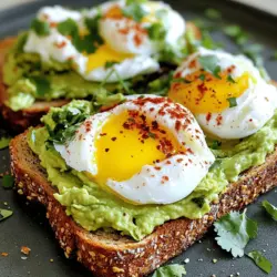 Für Spicy Avocado Egg Toast brauchen Sie: - 2 reife Avocados - 4 Scheiben Vollkornbrot - 4 große Eier - 1 kleine rote Chili, fein gehackt - 1 Esslöffel Limettensaft - Salz und Pfeffer nach Geschmack - 1 Teelöffel geräuchertes Paprikapulver - Frischer Koriander zur Garnitur (optional) - Chiliflocken (optional, für zusätzliche Schärfe) Wählen Sie reife Avocados, die bei leichtem Druck nachgeben. Die Haut sollte glatt und grün sein. Vermeiden Sie dunkle Stellen oder Dellen. Sie können auch die Stielkappe entfernen. Ist der Bereich grün, ist die Avocado frisch. Ist er braun, ist die Frucht überreif. Wenn Sie keine Avocados haben, greifen Sie zu Hummus oder Erbsenpüree. Für das Brot können Sie Ciabatta oder Sauerteigbrot verwenden. Anstelle von großen Eiern, verwenden Sie Eier aus Freilandhaltung oder sogar pflanzliche Alternativen wie Tofu. Beginne mit dem Rösten des Vollkornbrots. Du kannst einen Toaster oder eine Grillpfanne verwenden. Röste die Scheiben, bis sie goldbraun sind. Dies macht das Brot knusprig und lecker. Knuspriges Brot ist die perfekte Basis für dein Avocado-Gemisch. Nimm zwei reife Avocados und schneide sie in der Mitte auf. Entferne den Kern und krätze das Fruchtfleisch in eine Schüssel. Zerdrücke die Avocados mit einer Gabel. Achte darauf, dass die Mischung cremig, aber stückig bleibt. Füge dann Limettensaft, gehackte Chili, Paprikapulver, Salz und Pfeffer hinzu. Rühre die Mischung gut um. Probiere sie und passe den Geschmack an. Um die Eier zu pochieren, bringe Wasser in einem kleinen Topf zum Köcheln. Schlage jedes Ei in eine kleine Schüssel auf. Lass das Ei vorsichtig in das simmernde Wasser gleiten. Pochiere die Eier für 3 bis 4 Minuten. Das Eiweiß sollte fest sein, der Dotter bleibt flüssig. Hebe die Eier mit einem Schaum- oder Sieblöffel heraus und lass sie auf Küchenpapier abtropfen. Jetzt hast du alle Schritte, um einen perfekten Spicy Avocado Egg Toast zuzubereiten. Für die vollständige Zubereitung, schaue dir das Full Recipe an. Ein häufiger Fehler ist, die Avocado zu lange zu zerdrücken. Halten Sie die Konsistenz leicht stückig. So bleibt der Geschmack frisch und lecker. Auch zu viel Limettensaft kann die Avocado überdecken. Fügen Sie ihn langsam hinzu und probieren Sie immer wieder. Die Avocado sollte reif, aber nicht überreif sein. Drücken Sie leicht auf die Schale, um die Reife zu prüfen. Wenn sie leicht nachgibt, ist sie perfekt. Zerdrücken Sie die Avocado mit einer Gabel, bis sie cremig, aber noch stückig ist. So bleibt die Textur interessant. Die Schärfe ist ganz nach Ihrem Geschmack. Wenn Sie es milder mögen, reduzieren Sie die Menge der Chili. Für mehr Schärfe können Sie Chiliflocken hinzufügen. Experimentieren Sie mit verschiedenen Chilisorten für neue Geschmäcker. So wird Ihr Spicy Avocado Egg Toast immer spannend. Für die vollständige Anleitung und Zutatenliste, schauen Sie sich das [Full Recipe] an. {{image_4}} Wenn Sie ein vegetarisches Gericht möchten, können Sie den Ei-Ersatz verwenden. Zum Beispiel, probieren Sie ein weichgekochtes oder geräuchertes Tofu. Es fügt eine ähnliche Textur hinzu. Fügen Sie auch einige frische Tomaten oder Spinatblätter hinzu. Sie bringen Farbe und Geschmack. Um mehr Protein hinzuzufügen, können Sie Hummus oder Kichererbsen verwenden. Beide sind lecker und gesund. Sie passen gut zu Avocado und Brot. Eine andere Option ist, Feta-Käse darüber zu bröseln. Das gibt einen salzigen Geschmack, der gut harmoniert. Die Wahl des Brotes macht viel aus. Sie können Vollkornbrot verwenden, wie im Rezept. Aber auch Sauerteig- oder Roggenbrot sind großartige Optionen. Diese Brote haben einen starken Geschmack. Sie geben Ihrem Toast mehr Tiefe. Probieren Sie auch glutenfreies Brot, wenn Sie das möchten. So kann jeder diesen Genuss erleben. Für das vollständige Rezept besuchen Sie bitte den Abschnitt "Spicy Avocado Egg Toast". Wenn du Reste von deinem Spicy Avocado Egg Toast hast, lagere sie in einem luftdichten Behälter. So bleiben die Aromen frisch. Stelle den Behälter in den Kühlschrank. Die Reste sind dort für ein bis zwei Tage haltbar. Du kannst die Toasts einfach aufwärmen, aber die Avocado kann sich dabei etwas verfärben. Hast du die Avocado nicht ganz verbraucht? Dann lege die übrig gebliebene Hälfte in eine Schüssel. Träufle etwas Limettensaft darauf. Dies hilft, die Avocado frisch zu halten. Decke die Schüssel mit Frischhaltefolie ab. So bleibt die Avocado zwei Tage haltbar. Alternativ kannst du die Avocado auch in einem Behälter mit Zwiebelstücken lagern. Das verhindert die Oxidation. Die fertigen Toasts mit Avocado und Ei sind am besten frisch. Wenn du sie jedoch aufbewahren musst, halte sie getrennt. Lagere das Brot und die Avocado-Mischung in separaten Behältern. So bleiben die Toasts knusprig und die Avocado frisch. Sie sind im Kühlschrank einen Tag lang haltbar. Erwärme die Toasts im Toaster oder im Ofen, um die Knusprigkeit wiederherzustellen. Um das beste pochierte Ei zu machen, braucht es nur ein paar Schritte. Zuerst bringe Wasser in einem kleinen Topf zum Simmern. Füge einen Schuss Essig hinzu, um das Ei zu binden. Schlage das Ei in eine kleine Schüssel auf. Lass das Ei sanft ins Wasser gleiten. Pochiere das Ei für etwa drei bis vier Minuten. Du willst, dass das Eiweiß fest ist, aber der Dotter flüssig bleibt. Hebe das Ei mit einem Schaum- oder Sieblöffel heraus und lasse es auf Küchenpapier abtropfen. So verhinderst du eine matschige Textur. Ja, du kannst die Avocado im Voraus zubereiten. Zerdrücke die Avocado wie im Rezept beschrieben. Um die Avocado frisch zu halten, füge etwas Limettensaft hinzu. Das verhindert, dass sie braun wird. Bewahre die Mischung in einem luftdichten Behälter im Kühlschrank auf. Sie bleibt so für ein bis zwei Tage frisch. Wenn du bereit bist, deinen Toast zu machen, rühre die Mischung erneut gut durch, um die Frische zurückzubringen. Avocados sind sehr gesund und nahrhaft. Sie enthalten viele gesunde Fette. Diese Fette helfen, das Herz gesund zu halten. Avocados sind reich an Ballaststoffen, was gut für die Verdauung ist. Sie sind auch voll von Vitaminen, wie Vitamin K und E. Diese Vitamine stärken das Immunsystem. Zudem enthalten sie Mineralstoffe, wie Kalium, die den Blutdruck regulieren können. Regelmäßiger Verzehr von Avocados kann helfen, das Risiko von Herzkrankheiten zu senken. Das macht sie zu einer großartigen Wahl für dein Spicy Avocado Egg Toast. Dieses Rezept für Avocado-Toast bietet frische Zutaten und einfache Schritte. Wir haben Tipps zur Auswahl toller Avocados und auch für Ersatzprodukte. Die Anleitung zum Toasten des Brotes sowie zum Zubereiten der Eier zeigt, wie leicht es ist. Denken Sie daran, häufige Fehler bei der Avocadozubereitung zu vermeiden. Variieren Sie das Rezept nach Lust und Laune. Beachten Sie auch, wie man Reste und die Haltbarkeit optimal verwaltet. Genießen Sie gesunde und leckere Avocado-Toasts in vielen Varianten!