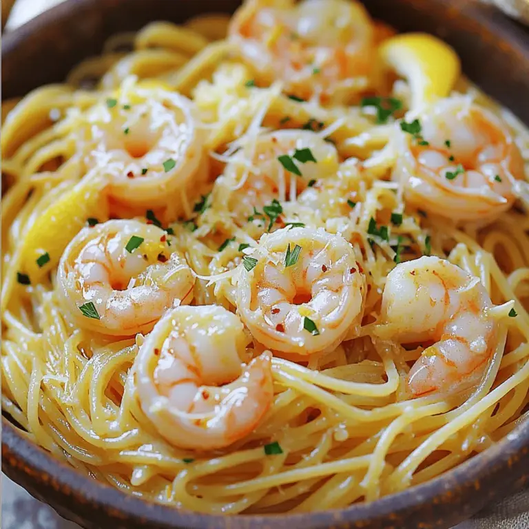 - 225 g Spaghetti oder Ihre Lieblingsnudeln - 450 g große Garnelen, geschält und entdarmt - 4 Esslöffel ungesalzene Butter - 4 Knoblauchzehen, fein gehackt - 1 Teelöffel rote Chiliflocken - 1 Zitrone, abgerieben und ausgepresst - Salz und Pfeffer, nach Geschmack - 60 ml frisch gehackte Petersilie - Geriebener Parmesan, zum Servieren (optional) Beim Kochen dieser Knoblauchbutter-Garnelen-Pasta ist es wichtig, frische Zutaten zu verwenden. Die Qualität der Garnelen macht einen großen Unterschied. Wählen Sie große, saftige Garnelen für das beste Ergebnis. Für die Nudeln verwende ich oft Spaghetti, aber Sie können auch andere Sorten wählen. Achten Sie darauf, die Nudeln al dente zu kochen. So bleiben sie bissfest und nehmen die Aromen gut auf. Knoblauch ist der Star dieses Gerichts. Ich hacke ihn fein, damit er schnell brät und sein volles Aroma entfaltet. Die roten Chiliflocken bringen die richtige Schärfe und machen das Gericht spannend. Die Zitrone fügt Frische hinzu und balanciert die Butter. Petersilie bringt Farbe und einen frischen Geschmack. Parmesan ist ein optionaler, aber köstlicher Zusatz, der das Gericht abrundet. Für das vollständige Rezept besuchen Sie bitte [Full Recipe]. Bringen Sie einen großen Topf mit gesalzenem Wasser zum Kochen. Fügen Sie dann die Spaghetti hinzu. Kochen Sie sie gemäß der Packungsanweisung, bis sie al dente sind. Heben Sie 240 ml Nudelwasser auf und lassen Sie die Pasta abtropfen. Stellen Sie sie beiseite, während Sie die Garnelen zubereiten. Erhitzen Sie in einer großen Pfanne bei mittlerer Hitze die Butter, bis sie geschmolzen ist. Fügen Sie den gehackten Knoblauch und die roten Chiliflocken hinzu. Braten Sie diese Mischung etwa eine Minute lang an. Achten Sie darauf, den Knoblauch nicht zu verbrennen. Geben Sie dann die Garnelen in die Pfanne. Würzen Sie sie mit Salz und Pfeffer. Braten Sie die Garnelen 2-3 Minuten pro Seite, bis sie rosa und undurchsichtig sind. Rühren Sie die Zitronenschale und den Zitronensaft in die Pfanne ein. Mischen Sie alles gut. Geben Sie die abgetropften Spaghetti in die Pfanne. Werfen Sie die Pasta vorsichtig, um sie zu vermengen. Wenn die Pasta zu trocken aussieht, fügen Sie nach und nach etwas von dem reservierten Nudelwasser hinzu. Mischen Sie die gehackte Petersilie unter und prüfen Sie die Würze. Passen Sie nach Bedarf mit mehr Salz und Pfeffer an. Um die Garnelen richtig zu braten, beginne mit einer heißen Pfanne. Schmelze die Butter bei mittlerer Hitze. Füge die Garnelen hinzu, wenn die Butter sprudelt. Brate sie 2-3 Minuten auf jeder Seite. Achte darauf, dass sie rosa und nicht grau sind. Übercooked Garnelen werden gummiartig. Um dies zu vermeiden, nimm sie sofort aus der Pfanne, wenn sie fertig sind. Die Schärfe kannst du mit Chili anpassen. Verwende mehr oder weniger rote Chiliflocken. Für ein anderes Geschmacksprofil probiere frische Kräuter wie Basilikum oder Oregano. Diese fügen Tiefe hinzu. Ein Spritzer Zitronensaft verstärkt den Geschmack der Garnelen. Die richtige Menge Nudelwasser ist entscheidend. Hefte etwa 240 ml auf, bevor du die Pasta abgießt. Wenn die Pasta trocken ist, füge nach und nach etwas Nudelwasser hinzu. Dies hilft, die Sauce gut zu binden. So bleibt die Pasta cremig und lecker. {{image_4}} Um Knoblauchbutter-Garnelen-Pasta noch besser zu machen, füge Gemüse hinzu. Du kannst Zucchini, Paprika oder Brokkoli verwenden. Brate das Gemüse in der Pfanne, bevor du die Garnelen hinzufügst. Dies gibt mehr Farbe und Geschmack. Gemüse sorgt auch für mehr Nährstoffe. Es enthält Vitamine und Ballaststoffe, die gut für deinen Körper sind. Wenn du glutenfrei essen möchtest, wähle glutenfreie Nudeln. Diese gibt es in vielen Sorten, wie Reis- oder Maisnudeln. Achte darauf, die Kochzeit anzupassen. Glutenfreie Nudeln können schneller garen. Überprüfe sie regelmäßig, um die perfekte Konsistenz zu finden. Du kannst auch Hühnchen oder Tofu anstelle von Garnelen verwenden. Wenn du Hühnchen nutzt, schneide es in kleine Stücke und brate es zuerst an. Tofu solltest du gut abtropfen lassen und dann anbraten, bis er goldbraun ist. Achte darauf, die Garzeit entsprechend anzupassen. So wird dein Gericht immer lecker und nahrhaft. Um Reste der Knoblauchbutter-Garnelen-Pasta richtig zu lagern, nutzen Sie einen luftdichten Behälter. Ein Glasbehälter oder ein Kunststoffbehälter mit Deckel funktioniert gut. Stellen Sie sicher, dass die Pasta vollständig abgekühlt ist, bevor Sie sie verpacken. Plastiktüten sind nicht ideal, da sie die Pasta zerdrücken können. Sie können die Reste bis zu drei Tage im Kühlschrank aufbewahren. Wenn Sie sie länger aufbewahren möchten, frieren Sie die Pasta ein. Nutzen Sie dafür einen gefrierfesten Behälter. Achten Sie darauf, die Luft so gut wie möglich herauszudrücken, um Gefrierbrand zu vermeiden. Die Knoblauchbutter-Garnelen-Pasta bleibt im Kühlschrank etwa drei Tage frisch. Achten Sie auf Geruch oder Veränderung in der Farbe. Wenn die Pasta unangenehm riecht oder schleimig aussieht, ist sie nicht mehr gut. Im Gefrierfach kann die Pasta bis zu drei Monate halten. Allerdings kann die Textur leiden. Bei der Zubereitung frischer Garnelen ist es wichtig, diese schnell zu verbrauchen. Um die Pasta aufzuwärmen, empfehle ich, sie in einer Pfanne bei niedriger Hitze zu erhitzen. Fügen Sie einen Spritzer Wasser oder etwas Olivenöl hinzu, um ein Ankleben zu verhindern. Alternativ können Sie die Pasta in der Mikrowelle aufwärmen. Decken Sie die Schüssel mit einem feuchten Papiertuch ab. So bleibt die Pasta feucht. Vermeiden Sie es, die Pasta zu lange zu erhitzen. Überhitzte Pasta wird trocken und gummiartig. Die Zubereitung ist schnell und einfach. Die Vorbereitungszeit beträgt etwa 10 Minuten. Die Kochzeit dauert weitere 20 Minuten. Zusammen ergibt das eine Gesamtzeit von 30 Minuten. In dieser kurzen Zeit können Sie ein leckeres Gericht zubereiten, das für vier Personen reicht. Ja, Sie können die Garnelen ersetzen. Eine gute Option sind Hähnchenbruststücke. Sie können auch Jakobsmuscheln oder sogar Tofu verwenden. Wenn Sie Hähnchen nutzen, schneiden Sie es in kleine Stücke. Braten Sie es gleich nach dem Knoblauch an, bis es durchgegart ist. Tofu sollte gut gewürzt und goldbraun gebraten werden. Um die Pasta würziger zu machen, können Sie die Menge der roten Chiliflocken erhöhen. Fügen Sie auch frische Kräuter wie Basilikum oder Oregano hinzu. Eine Prise Cayennepfeffer kann ebenfalls helfen. Für einen zusätzlichen Kick können Sie etwas scharfe Soße einrühren. Experimentieren Sie mit den Gewürzen, um den perfekten Geschmack zu finden. Diese Anleitung zeigt Ihnen, wie Sie eine leckere Knoblauch Butter Garnelen Pasta zubereiten. Wir haben die wichtigsten Zutaten, die Zubereitungsschritte und Tipps für perfekte Garnelen behandelt. Denken Sie daran, Ihre Gewürze nach Ihrem Geschmack anzupassen. Gemüse, glutenfreie Nudeln oder andere Proteine können Ihre Pasta noch abwechslungsreicher machen. Reste sind einfach zu lagern und können leicht aufgewärmt werden. Nutzen Sie diese Tipps, um das Gericht immer wieder zu genießen. Viel Spaß beim Kochen und Genießen!