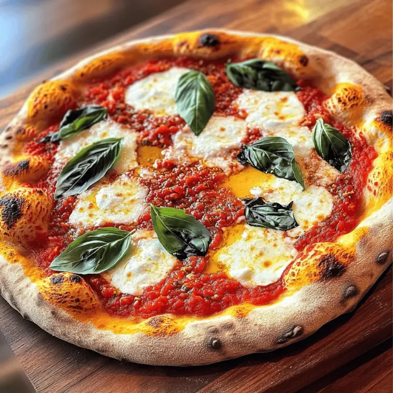Die Qualität deiner Zutaten macht einen großen Unterschied. Verwende frische und reife Tomaten, wenn möglich. San Marzano Tomaten sind die besten für die Sauce. Sie haben einen süßen und vollen Geschmack. Der Käse ist ebenso wichtig. Frischer Mozzarella gibt der Pizza eine tolle Textur. Wenn du kannst, kaufe ihn von einem lokalen Händler. Frische Basilikumblätter bringen Aroma und Farbe. Oregano ist ein klassisches Gewürz für Pizza. Du kannst auch frischen Oregano verwenden, wenn du ihn findest. Andere Kräuter wie Thymian oder Rosmarin passen ebenfalls gut. Für Käseliebhaber gibt es Alternativen. Parmesan oder Pecorino sind tolle Optionen. Sie geben zusätzlichen Geschmack und Tiefe. Die Wahl des Mehls ist wichtig für den Teig. Allzweckmehl funktioniert gut, aber Tipo 00-Mehl ist noch besser. Es hat einen hohen Proteingehalt und gibt der Kruste die perfekte Konsistenz. Wenn du glutenfrei backen möchtest, probiere Mandeln- oder Reismehl. Diese Mehle haben andere Eigenschaften, also experimentiere ein wenig. Um einen tollen Pizzateig zu machen, mische zuerst die trockenen Zutaten. Nehme eine große Schüssel. Füge 250 g Allzweckmehl, 1 Teelöffel Trockenhefe, und 1 Teelöffel Salz hinzu. Mische alles gut. Jetzt kommt das Wasser. Verwende 180 ml lauwarmes Wasser und 1 Esslöffel Olivenöl. Gib die flüssigen Zutaten langsam zu den trockenen Zutaten. Rühre, bis ein Teig entsteht. Der Teig muss nun geknetet werden. Lege ihn auf eine bemehlte Fläche. Knete ihn etwa 8-10 Minuten. Der Teig sollte glatt und elastisch sein. Sobald du das geschafft hast, forme den Teig zu einer Kugel. Lege ihn in eine leicht geölte Schüssel. Decke die Schüssel mit einem feuchten Tuch ab. Lass den Teig an einem warmen Ort etwa 1 Stunde gehen, bis er sich verdoppelt hat. Die Tomatensauce ist einfach. Ich empfehle, San Marzano Tomaten zu verwenden. Diese Tomaten sind süß und perfekt für Pizzasauce. Nimm 1 Tasse zerdrückte Tomaten. Füge 1 Teelöffel Zucker hinzu. Der Zucker hilft, die Säure der Tomaten auszugleichen. Dann kommt 1/2 Teelöffel getrockneter Oregano dazu. Für etwas Schärfe, nutze 1/4 Teelöffel zerstoßene rote Pfefferflocken. Mische alles gut und stelle die Sauce beiseite. Der Ofen sollte heiß sein. Heize ihn auf 245°C (475°F) vor. Wenn du einen Pizzastein hast, lege ihn in den Ofen. Der Pizzastein hilft, eine knusprige Kruste zu erzielen. Wenn nicht, benutze ein umgedrehtes Backblech. Jetzt rollst du den Teig aus. Er sollte etwa 30 cm groß sein. Lege den Pizzaboden auf ein Stück Backpapier. So kannst du ihn leichter handhaben. Verteile die Sauce gleichmäßig auf dem Teig. Lass einen kleinen Rand für die Kruste. Danach lege die frischen Mozzarella-Scheiben gleichmäßig auf die Sauce. Schiebe die Pizza vorsichtig auf den heißen Pizzastein oder das Backblech. Backe die Pizza 10-12 Minuten. Die Kruste sollte goldbraun sein und der Käse sprudeln. Nach dem Backen, lasse die Pizza für eine Minute abkühlen. Garniere sie mit frischen Basilikumblättern und einem Schuss Olivenöl. Für die vollständige Anleitung, besuche das Full Recipe. Um einen tollen Pizzateig zu machen, achte auf die Zutaten. Verwende hochwertiges Mehl. Das sorgt für eine bessere Textur. Mische die Trockenhefe gut mit dem Mehl. So aktiviert sich die Hefe schnell. Lass den Teig gut gehen. Das erhöht das Volumen und macht ihn luftig. Gib dem Teig genug Zeit zum Ruhen. Eine Stunde ist ideal, aber länger ist auch gut. Du kannst den Teig auch über Nacht im Kühlschrank lassen. Das bringt mehr Geschmack. Beim Backen im heimischen Ofen solltest du den Ofen vorheizen. Stelle ihn auf 245°C ein. Nutze einen Pizzastein oder ein umgedrehtes Blech. Diese helfen, die Hitze gleichmäßig zu verteilen. Für eine knusprige Kruste kannst du Dampf nutzen. Stelle eine kleine Schüssel mit Wasser im Ofen. So bleibt die Kruste schön knusprig. Beim Servieren achte auf die Optik. Schneide die Pizza in gleich große Stücke. Lege sie auf ein Holzbrett, das sieht gut aus. Garniere sie mit frischem Basilikum und einem Spritzer Olivenöl. Das macht sie noch leckerer. Denk auch an Beilagen. Ein einfacher Salat passt gut dazu. Ein Glas Rotwein ergänzt die Pizza perfekt. Du findest weitere Ideen in der [Full Recipe]. {{image_4}} Für die vegetarische Margherita Pizza kann man viele leckere Beläge hinzufügen. Zucchini, Paprika und Auberginen sind tolle Optionen. Du kannst auch frische Spinatblätter oder Artischocken verwenden. Diese Zutaten bringen mehr Farbe und Geschmack. Wenn du eine Pizza mit Fleisch magst, kannst du Salami oder Schinken hinzufügen. Diese Fleischsorten passen gut zum frischen Mozzarella und den Tomaten. Du kannst auch ein wenig Speck oder Wurst probieren. Das gibt der Pizza einen herzhaften Geschmack. Die klassische Tomatensauce ist toll, aber du kannst auch kreativ sein. Pesto bringt einen frischen, würzigen Geschmack. Es ist einfach zu machen und passt gut zur Pizza. Eine weiße Sauce auf Basis von Ricotta oder Sahne kann ebenfalls lecker sein. Sie macht die Pizza reichhaltig und cremig. Käse ist ein wichtiger Teil der Pizza. Du kannst verschiedene Sorten verwenden, um neue Geschmäcker zu entdecken. Feta, Gorgonzola oder sogar ein wenig Parmesan können deiner Pizza eine besondere Note geben. Wenn du glutenfrei bist, kannst du speziellen Pizzateig aus glutenfreiem Mehl machen. Es gibt viele Marken, die gute Mischungen anbieten. Achte darauf, dass du auch frische Zutaten verwendest. Für vegane Alternativen kannst du den Käse durch pflanzliche Optionen ersetzen. Es gibt viele Sorten auf Kokos- oder Mandelnbasis. Auch die Saucen können einfach vegan sein. Verwende Tomaten oder Pesto ohne tierische Produkte. So kannst du die Pizza an deine Bedürfnisse anpassen. Für die kompletten Schritte und Zutaten schaue dir das [Full Recipe] an. Um die Pizza frisch zu halten, lege sie in einen Behälter. Lass die Pizza zuerst abkühlen. Decke sie dann mit Frischhaltefolie ab. So bleibt sie für 3 Tage im Kühlschrank gut. Für die Tiefkühlung schneide die Pizza in Stücke. Wickel jedes Stück in Folie ein. Lege die Stücke in einen Gefrierbeutel. So bleibt die Pizza bis zu 3 Monate haltbar. Für das perfekte Aufwärmen solltest du den Ofen nutzen. Heize ihn auf 190 Grad Celsius vor. Lege die Pizza auf ein Backblech. Backe sie für 10 Minuten. So wird der Käse wieder schön schmelzig. Alternativ kannst du eine Pfanne benutzen. Erhitze die Pfanne ohne Öl. Lege die Pizza hinein und decke sie ab. Warte etwa 5 bis 7 Minuten, bis der Boden knusprig ist. Die Pizza hält im Kühlschrank etwa 3 Tage. Prüfe immer den Geruch und das Aussehen. Wenn sie schimmelig oder schlecht riecht, wirf sie weg. Im Gefrierschrank kann die Pizza bis zu 3 Monate bleiben. Achte auf Anzeichen von Gefrierbrand. Das sind weiße Flecken auf der Oberfläche. Sie zeigen, dass die Pizza nicht mehr frisch ist. Um den Teig zu machen, brauchst du nur wenige Zutaten. Vermische in einer Schüssel das Mehl, die Trockenhefe und das Salz. Dann fügst du langsam das lauwarme Wasser und das Olivenöl hinzu. Rühre, bis ein Teig entsteht. Knete den Teig etwa 8-10 Minuten, bis er glatt ist. Lege den Teig in eine geölte Schüssel. Decke ihn mit einem feuchten Tuch ab und lasse ihn eine Stunde ruhen. Der Teig sollte sich verdoppeln. Ja, du kannst deine Margherita Pizza anpassen. Füge gerne frisches Gemüse wie Paprika oder Zwiebeln hinzu. Oliven und Pilze sind auch großartige Optionen. Du kannst auch verschiedene Käsesorten verwenden. Parmesan oder Ziegenkäse geben einen interessanten Geschmack. Um die Pizza knusprig zu machen, heize deinen Ofen gut vor. Ein Pizzastein hilft, die Hitze gleichmäßig zu verteilen. Wenn du keinen Pizzastein hast, nutze ein umgedrehtes Backblech. Backe die Pizza auf der niedrigsten Schiene des Ofens. Das sorgt für eine knusprige Unterseite. Die Backzeit für die Pizza beträgt etwa 10-12 Minuten. Achte darauf, dass die Kruste goldbraun ist und der Käse sprudelt. Die ideale Temperatur liegt bei 245°C. Überprüfe die Pizza regelmäßig, um ein Verbrennen zu vermeiden. In diesem Blogbeitrag hast du alles über die beste Pizza gelernt. Wir haben die wichtigen Zutaten, die perfekte Zubereitung und die besten Backtipps behandelt. Du kannst jetzt frische Zutaten wählen und den idealen Teig herstellen. Denke daran, das richtige Mehl zu nutzen. Experimentiere mit verschiedenen Saucen und Belägen. Mit diesen Tipps wird deine Pizza einzigartig und lecker. Du kannst sie sicher aufbewahren und jederzeit wieder aufwärmen. Lass deiner Kreativität freien Lauf und genieße jede Scheibe!