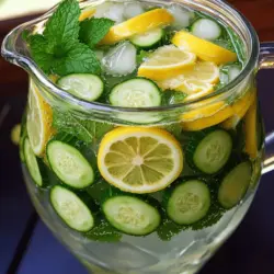 Um dein Zitronen-Gurken Detox-Wasser zuzubereiten, benötigst du: - 1 große Gurke, dünn geschnitten - 2 Zitronen, dünn geschnitten - 1 Esslöffel frische Minzblätter - 8 Tassen gefiltertes Wasser - Eiswürfel (optional) Frische Zutaten sind wichtig für den besten Geschmack. Achte darauf, dass die Gurke fest und grün ist. Wähle Zitronen, die schwer in der Hand liegen und eine glatte, glänzende Schale haben. Diese sind saftiger. Die Minzblätter sollten frisch und grün sein, ohne braune Stellen. Du kannst die Mengen anpassen. Wenn du mehr Wasser machen möchtest, verdopple die Zutaten. Für ein intensiveres Aroma kannst du mehr Minzblätter hinzufügen. Wenn du eine süßere Note magst, füge ein wenig Honig oder Agavendicksaft hinzu. Probiere auch andere Früchte wie Limetten oder Beeren aus, um neue Geschmäcker zu entdecken. Das macht dein Detox-Wasser spannend und lecker! Um dein Detox-Wasser zuzubereiten, beginne mit frischen Zutaten. Du brauchst: - 1 große Gurke, dünn geschnitten - 2 Zitronen, dünn geschnitten - 1 Esslöffel frische Minzblätter - 8 Tassen gefiltertes Wasser - Eiswürfel (optional) Wasche die Gurke und die Zitronen gründlich. Dadurch entfernst du Schmutz und Keime. Schneide die Gurke und Zitronen in dünne Scheiben. Lasse die Schale an der Gurke, um mehr Nährstoffe zu erhalten. Jetzt geht es an die Zubereitung. Nimm eine große Karaffe oder ein Infusionsglas. Gib die geschnittene Gurke und die Zitronen hinein. Füge die frischen Minzblätter hinzu. Drücke sie sanft mit den Fingern, um das Aroma zu aktivieren. Gieße das gefilterte Wasser in die Karaffe. Achte darauf, dass alle Zutaten gut bedeckt sind. Rühre die Mischung vorsichtig um. So vermischst du die Aromen gut. Decke die Karaffe ab und stelle sie in den Kühlschrank. Lass es für mindestens 2-4 Stunden ziehen. Für einen stärkeren Geschmack, lasse es über Nacht stehen. Nach der Infusionszeit rühre das Wasser nochmals um. Gieße es in Gläser über Eiswürfel, wenn du magst. Jetzt kannst du dein erfrischendes Detox-Wasser genießen! Um das beste Ergebnis zu erzielen, achte auf die Infusionszeit. Länger ist oft besser. Über Nacht ist ideal für intensive Aromen. Du kannst auch mit der Menge der Zutaten spielen. Mehr Zitronen geben mehr Zitrusgeschmack. Mehr Minze sorgt für Frische. Experimentiere mit anderen Kräutern, wenn du magst. Ein häufiger Fehler ist, die Zutaten nicht gut zu waschen. Schmutz kann den Geschmack beeinträchtigen. Achte darauf, die Gurke und die Zitronen gründlich zu reinigen. Ein weiterer Fehler ist, die Zitronen zu dick zu schneiden. Dünne Scheiben geben mehr Geschmack ab. Vermeide auch, das Wasser nicht lange genug ziehen zu lassen. Mindestens zwei Stunden sind wichtig für die Aromen. Um den besten Geschmack zu erzielen, nutze frische Zutaten. Reife Zitronen und knackige Gurken sind ideal. Ich empfehle, die Gurke mit der Schale zu verwenden. Die Schale enthält viele Nährstoffe und sorgt für zusätzlichen Geschmack. Du kannst auch die Minzblätter leicht zerdrücken, bevor du sie hinzufügst. So setzt du ihr volles Aroma frei. Frische Minzblätter sind ein Muss für dieses Rezept. Sie bringen Frische und eine angenehme Kühle. Wähle grüne, saftige Blätter ohne braune Stellen. Du kannst die Minze auch mit anderen Kräutern kombinieren. Basilikum oder Zitronenmelisse können interessante Varianten sein. Füge die Minze immer zuletzt hinzu. So bleibt der Geschmack intensiver. Wenn du mehr über das Rezept wissen möchtest, schau dir das [Full Recipe] an. {{image_4}} Um dein Detox-Wasser noch besser zu machen, kannst du zusätzliche Zutaten einfügen. Hier sind ein paar Ideen: - Ingwer: Füge einige Scheiben frischen Ingwer hinzu. Er gibt einen würzigen Kick. - Brombeeren oder Himbeeren: Diese Beeren bringen natürliche Süße und Farbe. - Limette: Wechsel die Zitrone gegen Limette für einen neuen Geschmack. - Kokoswasser: Verwende es anstelle von gefiltertem Wasser für mehr Tropenfeeling. Wenn du Gurken oder Zitronen nicht magst, gibt es gute Alternativen. Probier diese: - Zucchini: Sie hat einen milden Geschmack und sorgt für Frische. - Orange: Sie ist süß und gibt einen anderen Fruchtgeschmack. - Minze: Nutze nur frische Minzblätter für einen starken Geschmack. Es ist wichtig, dein Detox-Wasser an deine Diät anzupassen. Hier sind einige Tipps: - Zuckerfrei: Du brauchst keinen Zucker. Die Früchte geben genug Geschmack. - Vegan: Alle Zutaten sind vegan, also keine Sorgen. - Glutenfrei: Dieses Rezept ist von Natur aus glutenfrei. Für mehr Ideen und Tipps, schau dir das [Full Recipe] an! Um dein Zitronen-Gurken Detox-Wasser frisch zu halten, benutze eine gut schließende Karaffe. Stelle die Karaffe in den Kühlschrank. Dies hält das Wasser kühl und die Aromen frisch. Wenn du das Wasser in Gläsern aufbewahrst, decke sie mit Deckeln oder Frischhaltefolie ab. So bleibt der Geschmack stark. Die Gurke und die Zitronen bleiben im Wasser etwa 2 bis 3 Tage frisch. Nach dieser Zeit können die Aromen schwächer werden. Wenn du frische Minzblätter hinzufügst, verwende sie am besten direkt. Sie verlieren schnell ihr Aroma. Achte darauf, die Zutaten vor der Lagerung gut abzutrocknen. So vermeidest du Schimmelbildung. Wenn du Reste von deinem Detox-Wasser hast, genieße sie als erfrischendes Getränk. Du kannst auch die Gurken- und Zitronenscheiben in Salaten verwenden. Sie bringen einen tollen Geschmack. Ein weiterer Tipp ist, die Reste in Eiswürfeln einzufrieren. So hast du aromatisierte Eiswürfel für zukünftige Getränke. Diese Ideen helfen, Lebensmittelverschwendung zu vermeiden und bieten dir weiterhin Geschmack! Zitronen-Gurken-Detox-Wasser ist sehr gesund. Es hilft dir, hydratisiert zu bleiben. Die Gurke enthält viel Wasser. Das ist gut für deine Haut und hilft beim Abnehmen. Zitronen sind reich an Vitamin C. Sie stärken dein Immunsystem und fördern die Verdauung. Minze gibt nicht nur Geschmack, sondern kann auch deinen Magen beruhigen. Diese Mischung kann auch deinen Stoffwechsel ankurbeln. Wenn du regelmäßig trinkst, fühlst du dich frischer und lebendiger. Du kannst Detox-Wasser jeden Tag trinken. Es ist eine tolle Alternative zu zuckerhaltigen Getränken. Du kannst es morgens, mittags oder abends genießen. Viele Menschen trinken es als erstes am Morgen. Das hilft, den Tag frisch zu starten. Du kannst auch während des Tages daran nippen. Achte darauf, dass du genug Wasser trinkst. Dies unterstützt deine Gesundheit und dein Wohlbefinden. Ja, Detox-Wasser ist für die meisten Menschen geeignet. Wenn du keine Allergien gegen Zitrusfrüchte oder Gurken hast, ist es sicher. Schwangere Frauen und stillende Mütter sollten jedoch vorsichtig sein. Es ist immer gut, einen Arzt zu fragen. Wenn du Medikamente nimmst, sprich mit deinem Arzt. Ansonsten ist es eine einfache und leckere Art, gesund zu bleiben. Zusammengefasst, haben wir die wichtigsten Zutaten und Schritte für Detox-Wasser behandelt. Frische Zutaten sind entscheidend für den Geschmack. Zudem gab es Tipps, um Fehler zu vermeiden und den Geschmack zu maximieren. Variationen und Aufbewahrung helfen, das Beste aus deinem Getränk herauszuholen. Denke daran, dass Detox-Wasser nicht nur erfrischend ist, sondern auch gut für deine Gesundheit. Experimentiere mit verschiedenen Zutaten und finde deine perfekte Mischung. So bleibst du motiviert und gesund!
