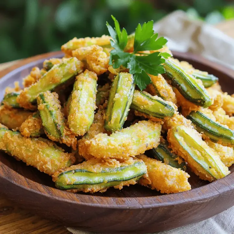 - Okra und Buttermilch Okra ist die Hauptzutat. Wähle frische Okra für den besten Geschmack. Buttermilch macht die Okra zart. Sie hilft auch, die Panade besser zu haften. - Mehlmischung: Maismehl und Weizenmehl Eine Mischung aus Maismehl und Weizenmehl ergibt die perfekte Kruste. Maismehl sorgt für einen knusprigen Biss. Weizenmehl gibt Stabilität und Struktur. - Gewürze und Öl zum Frittieren Gewürze wie Paprika, Cayennepfeffer, Knoblauchpulver und Zwiebelpulver bringen Geschmack. Salz und Pfeffer runden das Ganze ab. Verwende Pflanzenöl mit hohem Rauchpunkt zum Frittieren, wie Erdnussöl oder Sonnenblumenöl. Diese Zutaten sind wichtig für die Herstellung von leckerer, frittierter Okra. Für das vollständige Rezept kannst du den Abschnitt [Full Recipe] ansehen. Um perfekte frittierte Okra zu machen, beginne mit der Vorbereitung der Okra. Schneide die frische Okra in 1,25 cm dicke Runden. Lege die geschnittene Okra in eine Schüssel und gieße die Buttermilch darüber. Lass die Okra mindestens 30 Minuten in der Buttermilch einweichen. Diese Zeit hilft, die zarte Konsistenz zu fördern und die Aromen zu entfalten. Nimm eine separate Schüssel und mische die trockenen Zutaten. Finde die richtige Mischung mit Maismehl und Weizenmehl. Füge auch Paprika, Cayennepfeffer, Knoblauchpulver, Zwiebelpulver, Salz und Pfeffer hinzu. Rühre alles gut um, bis die Mischung gleichmäßig ist. Jetzt kommt der spaßige Teil! Nimm die Okra aus der Buttermilch und lass die überschüssige Flüssigkeit abtropfen. Wende die Okra im Mehl-Gemisch, sodass jedes Stück gut beschichtet wird. Lege die beschichtete Okra auf ein Drahtgitter. So kann die Panade besser haften. Erhitze in einer tiefen Pfanne oder einem Schmortopf ausreichend Pflanzenöl. Das Öl sollte etwa 1,25 cm hoch in der Pfanne stehen. Erhitze das Öl bei mittelhoher Hitze, bis es schimmert. Das ist die ideale Temperatur, etwa 175 °C. Frittier die beschichtete Okra vorsichtig in Chargen. Achte darauf, die Pfanne nicht zu überfüllen. Lass die Okra 3–4 Minuten frittieren, bis sie goldbraun und knusprig sind. Wenn die Okra goldbraun und knusprig ist, nimm sie mit einer Schaufel heraus. Lege sie auf einen Teller mit Küchenpapier, um überschüssiges Öl abtropfen zu lassen. Während die Okra noch heiß ist, bestreue sie nach Belieben mit Salz und Pfeffer. Serviere die Okra warm. Sie ist perfekt als Beilage oder Snack. Für das gesamte Rezept kannst du [Full Recipe] verwenden. Um den perfekten Crunch zu erreichen, ist die richtige Temperatur des Öls entscheidend. Das Öl sollte etwa 175 °C haben. Prüfen Sie dies, indem Sie ein kleines Stück Okra hineinlegen. Wenn es sofort zu brutzeln beginnt, ist das Öl bereit. Die Vorbereitungen sind ebenfalls wichtig. Lassen Sie die Okra nach dem Wenden im Mehl-Gemisch auf einem Drahtgitter ruhen. Diese Technik sorgt dafür, dass die Kruste gleichmäßig haftet und nicht matschig wird. Ein häufiger Fehler ist die Überfüllung der Pfanne. Wenn Sie zu viele Stücke auf einmal frittieren, sinkt die Temperatur des Öls. Dies führt zu einer weichen Textur statt zu einer knusprigen Kruste. Frittieren Sie in kleinen Chargen, um beste Ergebnisse zu erzielen. Ein weiterer Fehler ist das zu lange Frittieren. Frittieren Sie die Okra nur 3–4 Minuten, bis sie goldbraun ist. Übermäßiges Frittieren macht die Okra zäh und ungenießbar. Halten Sie die Zeit im Auge, um das beste Ergebnis zu erzielen. {{image_4}} Um Ihre Okra noch spannender zu machen, fügen Sie mehr Gewürze hinzu. Paprika und Cayennepfeffer geben dem Gericht mehr Kick. Sie können auch Kreuzkümmel oder Chili-Flocken verwenden. Diese Gewürze bringen neue Aromen in jeden Bissen. Wenn Sie es schärfer mögen, fügen Sie mehr Cayennepfeffer hinzu. Für eine milde Variante, verwenden Sie weniger oder gar keinen. Experimentieren Sie mit verschiedenen Kräutern. Zum Beispiel, Thymian oder Oregano passen gut zu Okra. Wenn Sie eine gesündere Option suchen, können Sie die Okra backen. Die Zubereitung ist einfach. Sie verwenden die gleichen Zutaten, jedoch wird die Okra im Ofen gebacken. Das reduziert das Öl und die Kalorien. Glutenfreie Alternativen sind ebenfalls möglich. Ersetzen Sie das Weizenmehl durch Mandelmehl oder Kichererbsenmehl. Diese Mehle geben der Okra auch einen tollen Geschmack. Für die vollständige Anleitung und weitere Tipps schauen Sie sich das [Full Recipe] an. Um die Reste deiner perfekten frittierte Okra richtig zu lagern, lass sie zuerst abkühlen. Lege die abgekühlte Okra in einen luftdichten Behälter. So bleibt sie frisch und lecker. Stelle den Behälter dann in den Kühlschrank. Dort kann die Okra bis zu drei Tage bleiben. Um die Okra wieder aufzuwärmen, gibt es einige gute Methoden. Du kannst sie in einer Pfanne bei mittlerer Hitze aufwärmen. Dies bringt die Knusprigkeit zurück. Eine andere Option ist der Ofen. Heize ihn auf 180 Grad vor und lege die Okra auf ein Backblech. Backe sie für etwa zehn Minuten. Um die Knusprigkeit zu erhalten, vermeide die Mikrowelle. Diese macht die Okra weich. Ein weiterer Tipp ist, die Okra nicht zu überladen. So kann die heiße Luft gut zirkulieren. So bleibt der leckere Crunch erhalten. Frittierte Okra bleibt im Kühlschrank bis zu drei Tage frisch. Lagern Sie die Okra in einem luftdichten Behälter. Stellen Sie sicher, dass die Okra vollständig abgekühlt ist, bevor Sie sie verpacken. So bleibt die Knusprigkeit bestmöglich erhalten. Für die beste Textur essen Sie die Okra am besten frisch. Ja, Sie können Okra auch ohne Buttermilch zubereiten. Eine gute Alternative ist normale Milch oder Pflanzenmilch. Fügen Sie etwas Zitronensaft oder Essig hinzu, um eine ähnliche Säure zu erzeugen. So bleibt die Konsistenz der Panade gleich. Es gibt viele Wege, um den Geschmack zu variieren und dennoch ein tolles Ergebnis zu erzielen. Frittierte Okra hat einige gesundheitliche Vorteile, ist jedoch auch kalorienreich. Okra ist reich an Ballaststoffen, Vitaminen und Mineralstoffen. Frittieren erhöht den Fettgehalt, was die Kalorienzahl steigert. Um die Gesundheit zu fördern, genießen Sie Okra in Maßen. Alternativ können Sie die Okra auch backen, um weniger Fett zu verwenden. Frittierte Okra ist einfach und lecker. Wir haben die Hauptzutaten und die Schritte besprochen, um sie zuzubereiten. Ich habe Tipps gegeben, um den perfekten Crunch zu erreichen, und Variationen für weitere Geschmäcker erkundet. Denke daran, Reste richtig zu lagern und beim Aufwärmen die Knusprigkeit zu bewahren. Mit diesen Informationen kannst du jetzt frittierte Okra selbst machen und genießen. Viel Spaß beim Kochen und Experimentieren!