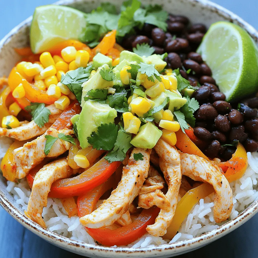 Für meine einfache Chicken Fajita Bowl benötigst du folgende Zutaten: - 450 g Hähnchenbrust, in dünne Streifen geschnitten - 1 Esslöffel Olivenöl - 1 Teelöffel Chili-Pulver - 1 Teelöffel Kreuzkümmel - 1 Teelöffel Knoblauchpulver - 1 Teelöffel Paprika - Salz und Pfeffer nach Geschmack - 1 rote Paprika, in Streifen geschnitten - 1 grüne Paprika, in Streifen geschnitten - 1 gelbe Zwiebel, in Streifen geschnitten - 480 ml gekochter Reis (weißer, brauner oder Blumenkohlreis für eine gesunde Option) - 240 g schwarze Bohnen, gut abgespült und abgetropft - 1 Avocado, gewürfelt - 240 g Mais (frisch oder gefroren) - Frischer Koriander, gehackt, zur Garnierung - Limettenspalten zum Servieren Wähle frisches Hähnchen. Achte auf die Farbe und den Geruch. Die Paprika sollten knackig und bunt sein. So bekommst du mehr Geschmack und Vitamine. Die Bohnen kannst du aus der Dose oder frisch nehmen. Wenn du frische Bohnen nimmst, achte darauf, sie gut zu kochen. Bei der Avocado, drücke leicht darauf. Sie sollte reif, aber nicht zu weich sein. Frischer Koriander verleiht dem Gericht einen tollen Geschmack. Falls du Allergien hast, gibt es tolle Alternativen. Statt Hähnchen kannst du Tofu oder Tempeh verwenden. Für eine glutenfreie Option, wähle glutenfreien Reis. Die Bohnen sind meist glutenfrei, aber immer gut prüfen. Wenn du keine Paprika magst, kannst du auch Zucchini oder Brokkoli verwenden. Für eine milde Variante, lasse das Chili-Pulver weg. So bleibt die Bowl lecker und passt zu deinem Geschmack. Um das Hähnchen zuzubereiten, fange mit einer großen Schüssel an. Dort vermischst du die Hähnchenstreifen mit Olivenöl, Chili-Pulver, Kreuzkümmel, Knoblauchpulver und Paprika. Vergiss nicht, Salz und Pfeffer hinzuzufügen. Diese Gewürze geben dem Hähnchen viel Geschmack. Mische alles gut, bis die Stücke gleichmäßig bedeckt sind. Erhitze dann eine große Pfanne auf mittlerer bis hoher Hitze. Füge das marinierte Hähnchen hinzu. Brate es etwa 5 bis 7 Minuten lang, bis es goldbraun und durchgegart ist. Rühre gelegentlich um, damit das Hähnchen gleichmäßig gart. Jetzt ist es Zeit für das Gemüse! Schneide die rote und grüne Paprika sowie die Zwiebel in Streifen. Sobald das Hähnchen gar ist, gib das geschnittene Gemüse in die Pfanne. Brate das Gemüse etwa 5 Minuten lang. Es sollte zart, aber noch knackig sein. So bleibt der Biss erhalten und das Gemüse sieht schön aus. Jetzt kommt der spaßige Teil: das Zusammenstellen der Fajita-Schüssel! Beginne mit einer Basis aus gekochtem Reis. Du kannst weißen, braunen oder Blumenkohlreis verwenden. Darauf kommen die schwarzen Bohnen, gefolgt von dem sautierten Hähnchen und dem Gemüse. Füge dann den Mais und die gewürfelte Avocado hinzu. Garnieren kannst du die Schüssel mit frisch gehacktem Koriander. Serviere sie mit Limettenspalten, damit jeder nach Geschmack träufeln kann. So wird jede Schüssel frisch und lecker. Für die vollständige Anleitung schau dir das [Full Recipe] an. Die Gewürze machen den Unterschied in deiner Chicken Fajita Bowl. Ich empfehle, Chili-Pulver, Kreuzkümmel und Paprika zu verwenden. Diese Gewürze geben deinem Hähnchen den richtigen Kick. Du kannst auch Knoblauchpulver hinzufügen, um mehr Geschmack zu bekommen. Die richtige Mischung bringt die Aromen zum Leben. Ein häufiger Fehler ist, das Hähnchen zu lange zu garen. Es wird trocken und verliert seinen Geschmack. Koche es nur, bis es goldbraun ist. Achte darauf, das Gemüse nicht zu lange zu braten. Es sollte zart, aber knackig bleiben. Ein weiterer Fehler ist, die Gewürze nicht gut zu vermischen. Stelle sicher, dass jede Hähnchenstreife gleichmäßig gewürzt ist. Du kannst die Fajita Bowl nach deinen Wünschen anpassen. Füge mehr Gemüse hinzu, wie Zucchini oder Pilze. Wenn du es schärfer magst, füge frische Jalapeños hinzu. Du kannst auch die Bohnen durch Linsen ersetzen. Verwende Quinoa statt Reis für eine gesunde Variante. Mit diesen Anpassungen wird dein Gericht niemals langweilig. Für das vollständige Rezept, schau dir die [Full Recipe] an. {{image_4}} Wenn du eine vegane Version der Chicken Fajita Bowl machen möchtest, hast du viele Optionen. Ersetze das Hähnchen durch Tofu oder Tempeh. Diese Proteine nehmen die Aromen gut auf. Du kannst sie ähnlich marinieren wie das Hähnchen. Verwende die gleichen Gewürze und brate sie in einer Pfanne an. Auch Kichererbsen sind eine tolle Wahl. Sie geben der Bowl eine gute Textur und sind sehr nahrhaft. Die Basis deiner Fajita Bowl kann variieren. Du kannst weißen, braunen oder Blumenkohlreis verwenden. Blumenkohlreis ist eine kalorienarme Option. Du kannst auch Quinoa ausprobieren. Quinoa ist proteinreich und hat einen nussigen Geschmack. Für Beilagen sind schwarze Bohnen ein Muss. Du kannst auch Pinto-Bohnen oder Kidneybohnen nutzen. Diese Bohnen bringen Geschmack und sättigen gut. Die Gewürze sind der Schlüssel zu einer gelungenen Fajita Bowl. Probiere verschiedene regionale Gewürze aus. Füge zum Beispiel Chipotle-Pulver für mehr Rauchgeschmack hinzu. In einigen Regionen verwenden die Leute auch frische Jalapeños. Diese bringen eine schöne Schärfe. Wenn du es milder magst, bleib bei Paprika und Knoblauchpulver. So kannst du den Geschmack anpassen. Du kannst die Fajita Bowl nach deinem Geschmack gestalten. Um deine Fajita-Bowl frisch zu halten, lagere sie in einem luftdichten Behälter. Dies hilft, den Geschmack und die Frische zu bewahren. Du kannst die Schüssel auch in Portionen aufteilen. So hast du immer eine schnelle Mahlzeit bereit. Stelle sicher, dass die Schüssel vollständig abgekühlt ist, bevor du sie in den Kühlschrank stellst. Zum Aufwärmen ist die Mikrowelle am einfachsten. Lege die Portion auf einen mikrowellengeeigneten Teller und decke sie ab. Erwärme die Fajita-Bowl für ein bis zwei Minuten. Rühre alles gut um, um sicherzustellen, dass die Hitze gleichmäßig verteilt wird. Du kannst auch eine Pfanne verwenden, um die Fajita-Bowl bei mittlerer Hitze zu erhitzen. Füge ein wenig Wasser hinzu, um das Gemüse saftig zu halten. Die haltbaren Zutaten wie Reis, Bohnen und Gewürze bleiben bis zu einer Woche frisch. Das Hähnchen und das Gemüse sollten jedoch innerhalb von drei bis vier Tagen verzehrt werden. Achte darauf, abgelaufene Zutaten sofort zu entsorgen. So bleibt deine Fajita-Bowl sicher und lecker. Wenn du kein Hähnchen magst, gibt es viele Alternativen. Du kannst Rindfleisch, Schweinefleisch oder Tofu verwenden. Jedes Fleisch hat seinen eigenen Geschmack und Textur. Tofu nimmt die Gewürze gut auf. Du kannst auch Garnelen oder Fisch verwenden. Achte darauf, die Garzeit anzupassen. So bleibt alles zart und lecker. Um die Fajita-Schüssel gesünder zu machen, nutze Vollkornreis oder Blumenkohlreis. Diese Optionen sind nährstoffreicher. Füge mehr Gemüse hinzu, wie Zucchini oder Brokkoli. Du kannst auch weniger Öl verwenden oder es ganz weglassen. Achte darauf, frische Zutaten zu wählen. So bleibt der Geschmack intensiv und die Mahlzeit leicht. Ja, du kannst die Fajita-Bowl im Voraus zubereiten. Koche das Hähnchen und das Gemüse und lagere sie getrennt im Kühlschrank. So bleiben sie frisch. Du kannst den Reis auch vorkochen. Stelle die Bowl erst kurz vor dem Essen zusammen. So bleibt alles knackig und lecker. Für den besten Geschmack empfehle ich, die Avocado erst kurz vor dem Servieren hinzuzufügen. Eine Fajita-Schüssel ist einfach zuzubereiten und sehr lecker. Wir haben die Zutaten besprochen und Tipps gegeben, wie man die besten auswählt. Allergikerfreundliche Alternativen helfen dir, die richtige Wahl zu treffen. Die Schritt-für-Schritt-Anleitung zeigt dir, wie man Hähnchen und Gemüse perfekt zubereitet. Unsere Tipps und Tricks helfen dir, häufige Fehler zu vermeiden. Variationen für Veganer und verschiedene Gewürze bieten dir viele Möglichkeiten. Mit diesen Informationen kannst du deine Fajita-Schüssel nach deinem Geschmack gestalten und wunderbar genießen!