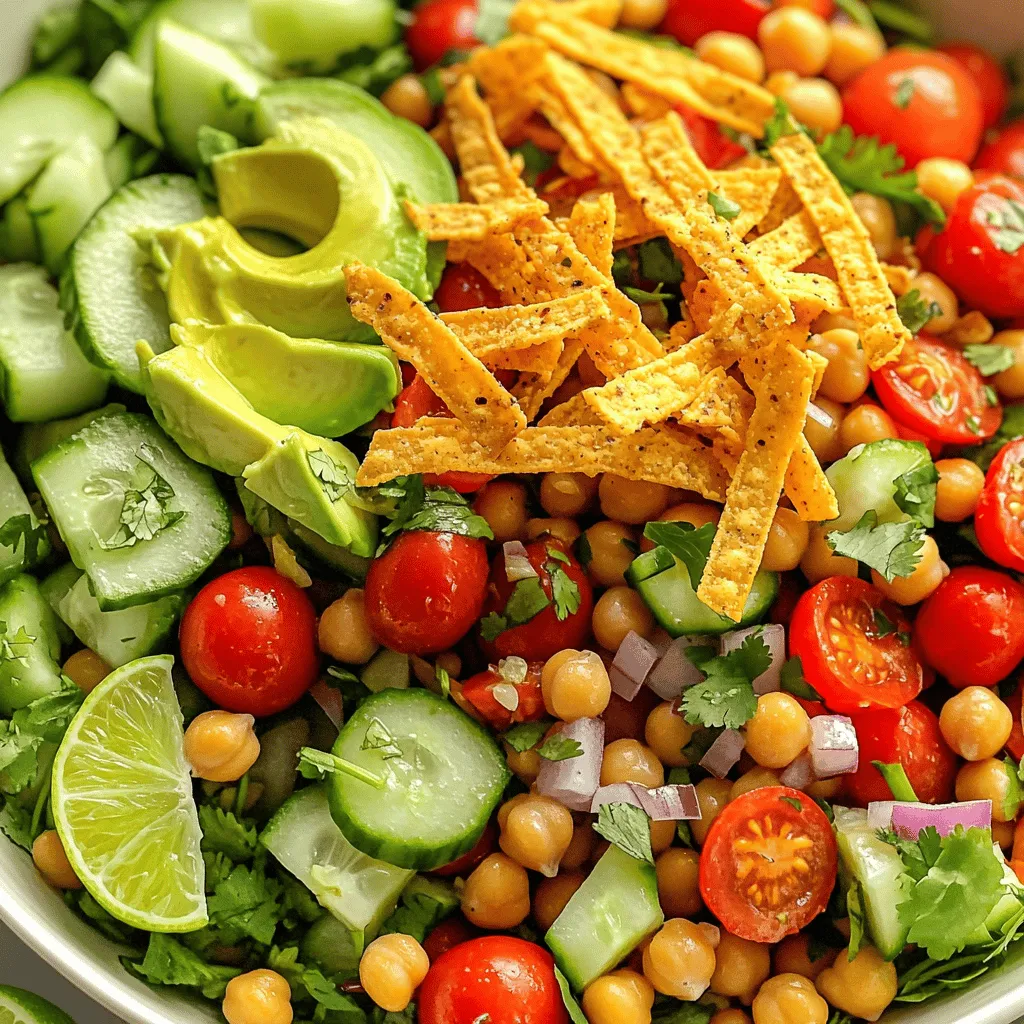 - 1 Dose Kichererbsen - 1 rote Paprika, gewürfelt - 1 Gurke, gewürfelt - 1 Tasse Kirschtomaten, halbiert - 1 Avocado, gewürfelt - 1 rote Zwiebel, fein gehackt - 1 Jalapeño (optional) Die Basis meines Spicy Chickpea Crunch Salads sind frische und knackige Zutaten. Ich verwende Kichererbsen, da sie viel Protein haben. Die rote Paprika bringt Farbe und Süße. Die Gurke sorgt für einen erfrischenden Biss. Kirschtomaten fügen eine saftige Note hinzu. Die Avocado bringt Cremigkeit und gesunde Fette. Rote Zwiebeln geben einen tollen Geschmack. Wenn du es scharf magst, füge eine Jalapeño hinzu. - 2 Esslöffel Olivenöl - 2 Esslöffel Limettensaft - 1 Teelöffel Chilipulver - Salz und Pfeffer nach Geschmack Für das Dressing mische ich Olivenöl und Limettensaft. Diese Mischung gibt dem Salat einen frischen Kick. Chilipulver sorgt für die nötige Schärfe. Vergiss nicht, mit Salz und Pfeffer abzuschmecken. So passt alles perfekt zusammen. - 1/2 Tasse knusprige Tortillastreifen - Frischer Koriander Der Crunch ist wichtig! Ich mag es, knusprige Tortillastreifen darüber zu streuen. Sie geben dem Salat eine tolle Textur. Frischer Koriander bringt noch mehr Geschmack. Diese Zutaten machen den Salat aufregend. Für das vollständige Rezept schau dir die Details im Abschnitt "Scharfer Kichererbsensalat mit Knusprigkeit" an. Um diesen frischen Salat zuzubereiten, beginne mit den Kichererbsen. - Kichererbsen abtropfen und abspülen. - Würfle die rote Paprika, Gurke und Avocado. - Halbiere die Kirschtomaten. - Hacke die rote Zwiebel fein. - Wenn du es scharf magst, hacke die Jalapeño. Das Dressing ist einfach und lecker. - Vermenge das Olivenöl, den Limettensaft und Chilipulver in einer kleinen Schüssel. - Füge Salz und Pfeffer nach deinem Geschmack hinzu. - Rühre alles gut mit einem Schneebesen, bis es gut gemischt ist. Jetzt kommt der spaßige Teil! - Nimm eine große Schüssel und gib die Kichererbsen hinein. - Füge das gewürfelte Gemüse und die Jalapeño hinzu. - Gieße das Dressing über die Zutaten. - Mische alles vorsichtig, damit die Avocado nicht zerdrückt wird. - Kurz vor dem Servieren streue die knusprigen Tortillastreifen darüber. - Garniere mit frischem Koriander für einen tollen Look. Jetzt bist du bereit, den Spicy Chickpea Crunch Salad zu genießen. Für das vollständige Rezept, schau dir die Seite mit dem Scharfen Kichererbsensalat an. - Verwenden Sie frische Zutaten für den besten Geschmack. Frisches Gemüse hebt den Salat hervor. - Die Avocado vorsichtig hinzufügen, um sie nicht zu zerdrücken. So bleibt die Textur perfekt. - Zusätzliche Zutaten wie Mais oder schwarze Bohnen einfügen. Das gibt dem Salat mehr Geschmack und Farbe. - Schärfegrad nach Wunsch anpassen. Fügen Sie mehr Jalapeño hinzu oder lassen Sie sie weg. - Ansprechende Serviermöglichkeiten für den Salat sind wichtig. Nutzen Sie eine große Schüssel, um alles schön anzuzeigen. - Verwendung von Limettenkeilen und Koriander zur Dekoration. Das sieht frisch aus und bringt zusätzlichen Geschmack. {{image_4}} Dieser Salat ist von Natur aus vegan. Kichererbsen und frisches Gemüse machen ihn nahrhaft. Wenn Sie glutenfrei essen, verwenden Sie Tortillastreifen aus Mais. Diese sind knusprig und lecker. Wenn Sie nach einer anderen Textur suchen, probieren Sie geröstete Nüsse oder Samen. Diese bringen zusätzlichen Crunch und Geschmack. Nutzen Sie saisonales Gemüse für frische Aromen. Im Frühling sind Spargel und Radieschen toll. Im Sommer können Sie Zucchini oder Paprika hinzufügen. Herbstgemüse wie Kürbis oder Rüben bringt eine süße Note. Im Winter sind Wurzelgemüse wie Karotten perfekt. Variieren Sie die Zutaten, um das ganze Jahr über Abwechslung zu haben. Mahlzeitvorbereitung macht das Kochen einfach. Bereiten Sie den Salat am Sonntag vor. Lagern Sie die Kichererbsen und das Gemüse separat. Mischen Sie das Dressing erst kurz vor dem Essen. So bleibt alles frisch und knusprig. Bewahren Sie die Reste in einem luftdichten Behälter auf. So bleibt der Salat bis zu drei Tage frisch. Um den Spicy Chickpea Crunch Salad frisch zu halten, bewahre ihn in einem luftdichten Behälter auf. Stelle den Behälter in den Kühlschrank. So bleibt der Salat knackig und lecker. Vermeide es, die Tortillastreifen im Salat zu lassen. Sie werden weich, wenn sie zu lange eingelegt sind. Ich empfehle, die Streifen erst kurz vor dem Servieren hinzuzufügen. Die frischen Zutaten in diesem Salat haben unterschiedliche Haltbarkeiten: - Kichererbsen aus der Dose halten sich mehrere Monate, wenn sie ungeöffnet sind. - Rote Paprika und Gurke bleiben frisch für etwa 5 bis 7 Tage im Kühlschrank. - Kirschtomaten und Avocado sind am besten innerhalb von 3 bis 5 Tagen zu verwenden. - Rote Zwiebel bleibt etwa eine Woche frisch. Mit diesen Tipps kannst du sicherstellen, dass deine Zutaten schön frisch bleiben. Hast du Reste übrig? Mach dir keine Sorgen! Du kannst die Reste kreativ nutzen. Mische sie in eine Gemüsepfanne oder verwende sie als Füllung für Wraps. Du kannst auch die Kichererbsen in eine Suppe geben. So schmeckt es ganz anders und du vermeidest Lebensmittelverschwendung. Die Möglichkeiten sind endlos! Der Spicy Chickpea Crunch Salad bleibt frisch für drei Tage im Kühlschrank. Bewahre ihn in einem luftdichten Behälter auf. So bleibt der Salat knackig und lecker. Die Tortillastreifen sollten jedoch erst kurz vor dem Servieren hinzugefügt werden. Andernfalls werden sie weich. Wenn du weniger Schärfe möchtest, ersetze die Jalapeño durch eine milde Paprika oder Paprikapulver. Du kannst auch eine kleine Menge gewürfelte Gurke hinzufügen, um den Salat frisch zu halten. Auch Kresse oder ein bisschen Limettensaft können den Geschmack heben, ohne die Schärfe zu erhöhen. Ja, du kannst das Gemüse im Voraus schneiden. Schneide die Paprika, Gurke und Zwiebel bis zu zwei Tage im Voraus. Lagere das geschnittene Gemüse in einem luftdichten Behälter. So sparst du Zeit, wenn du den Salat zubereitest. Achte darauf, die Avocado erst kurz vor dem Servieren zu schneiden, damit sie frisch bleibt. Der Spicy Chickpea Crunch Salad ist nährstoffreich. Pro Portion enthält er etwa 250 Kalorien. Er bietet Proteine, Ballaststoffe und gesunde Fette. Kichererbsen liefern pflanzliches Eiweiß. Avocado bringt gesunde Fette in die Mischung. Das Gemüse ist reich an Vitaminen und Mineralstoffen. Das vollständige Rezept findest du hier: [Scharfer Kichererbsensalat mit Knusprigkeit 🥗](#). Dort sind alle Schritte und Zutaten detailliert aufgeführt. Der Spicy Chickpea Crunch Salad bietet frische Zutaten und tollen Geschmack. Wir haben die Hauptbestandteile, das Dressing und die Crunch-Elemente besprochen. Du kannst den Salat leicht anpassen, um ihn deinem Geschmack anzupassen. Denke auch daran, wie du ihn präsentierst und lagerst, damit er immer gut schmeckt. Mit den Tipps aus diesem Beitrag machst du jedes Mal einen leckeren Salat. Probier ihn aus, und verwandle deine Mahlzeiten in einen Genuss!