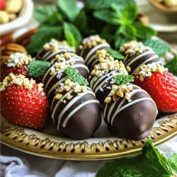 Für die perfekten schokoladenüberzogenen Erdbeer-Bites benötigst du folgende Zutaten: - 450 g frische Erdbeeren, gewaschen und trocken - 225 g Zartbitterschokolade, gehackt (oder Schokoladenstückchen) - 115 g weiße Schokolade, gehackt (oder weiße Schokoladenstückchen) - 1 Esslöffel Kokosöl (optional für eine glattere Schokolade) - Meersalz zum Bestreuen - Zerhackte Nüsse oder Streusel für das Topping (optional) Diese Zutaten sind einfach zu bekommen. Die Kombination aus frischen Erdbeeren und Schokolade ist einfach unwiderstehlich. Du kannst deinen Erdbeer-Bites eine persönliche Note geben. Hier sind einige Ideen: - Nutze Vollmilchschokolade statt Zartbitterschokolade für eine süßere Note. - Füge Aromen wie Vanille oder Zimt zur Schokolade hinzu. - Verwende verschiedene Nüsse als Topping, wie Mandeln oder Haselnüsse. - Probiere andere Fruchtsorten wie Bananen oder Ananas. Jede dieser Optionen macht das Rezept einzigartig und lecker. Die Wahl der perfekten Erdbeeren ist wichtig. Hier sind einige Tipps: - Suche nach tief roten Erdbeeren. Sie sind süßer und reifer. - Achte darauf, dass die Erdbeeren fest sind. Vermeide matschige oder beschädigte Früchte. - Kaufe Erdbeeren, die frisch riechen. Der Duft zeigt oft ihre Frische. - Wenn möglich, kaufe lokale Erdbeeren. Sie sind oft frischer und geschmackvoller. Mit diesen Tipps hast du die besten Erdbeeren für deine Bites. Du wirst sehen, dass die Qualität der Früchte einen großen Unterschied macht. Für das vollständige Rezept, folge einfach dem Link zu [Full Recipe]. Zuerst wasche die frischen Erdbeeren gründlich. Nutze fließendes Wasser, um Schmutz zu entfernen. Nach dem Waschen tupfe die Erdbeeren vorsichtig mit einem Küchentuch trocken. Achte darauf, dass sie wirklich trocken sind. Feuchtigkeit kann verhindern, dass die Schokolade gut haftet. Jetzt bereite ein Wasserbad vor. Fülle einen kleinen Topf mit Wasser und stelle eine hitzebeständige Schüssel darauf. Das Wasser sollte die Schüssel nicht berühren. Erhitze das Wasser sanft, bis es köchelt. Gib die gehackte Zartbitterschokolade und optional das Kokosöl in die Schüssel. Rühre die Schokolade gelegentlich um, bis sie ganz geschmolzen und glatt ist. Nimm die Schüssel vom Herd und lass die Schokolade kurz abkühlen. Tauche jede Erdbeere dann in die geschmolzene Zartbitterschokolade. Lass die überschüssige Schokolade abtropfen. Lege die Erdbeeren auf ein mit Backpapier ausgelegtes Blech. Schmelze nun die weiße Schokolade im Wasserbad. Rühre, bis sie cremig ist. Verzierte die Erdbeeren mit der weißen Schokolade. Streue sofort etwas Meersalz oder zerhackte Nüsse darüber. Stelle das Blech für etwa 30 Minuten in den Kühlschrank, bis die Schokolade fest ist. Für das gesamte Rezept schau dir die Full Recipe an. Bei der Zubereitung von schokoladenüberzogenen Erdbeer-Bites passieren oft Fehler. Ein häufiger Fehler ist, dass die Erdbeeren nicht trocken genug sind. Wenn sie feucht sind, haftet die Schokolade nicht gut. Achte darauf, sie gründlich zu trocknen. Ein weiterer Fehler ist die falsche Schokolade. Verwende gute Qualität, um den besten Geschmack zu erzielen. Manchmal schmilzt die Schokolade nicht richtig. Achte darauf, dass das Wasser nicht kocht, sondern nur simmert. Für eine perfekte Schokoladenschicht ist es wichtig, die Schokolade richtig zu schmelzen. Nutze ein Wasserbad. Das macht die Schokolade glatt und cremig. Füge etwas Kokosöl hinzu, um die Schokolade noch glatter zu machen. Tauche die Erdbeeren vollständig ein, damit sie gut umhüllt sind. Lass die überschüssige Schokolade abtropfen. So bleibt die Schicht dünn und gleichmäßig. Eine hübsche Präsentation macht viel aus. Arrangiere die Erdbeer-Bites auf einem schönen Teller. Nutze frische Minzblätter als Garnitur. Das bringt Farbe ins Spiel. Du kannst auch zerhackte Nüsse oder bunte Streusel verwenden. Diese Toppings geben nicht nur Geschmack, sondern auch Textur. Für einen besonderen Effekt, träufle weiße Schokolade über die dunkle Schokolade. Das sieht toll aus und schmeckt super! {{image_4}} Schokoladenüberzogene Erdbeer-Bites sind sehr vielseitig. Du kannst verschiedene Schokoladensorten verwenden. Zartbitter ist klassisch, aber auch Vollmilchschokolade passt gut. Weiße Schokolade bringt eine süße Note. Du kannst sogar aromatisierte Schokolade ausprobieren. Denk an Orange, Minze oder Chili. Jede Sorte gibt deinem Snack einen anderen Geschmack. Verleihe deinen Erdbeer-Bites mehr Textur mit Toppings. Zerhackte Nüsse sind eine tolle Wahl. Mandeln oder Haselnüsse harmonieren wunderbar mit der Schokolade. Du kannst auch bunte Streusel verwenden. Diese machen die Erdbeer-Bites festlich und einladend. Meersalz ist ein einfacher, aber effektiver Topping. Es hebt den Geschmack der Schokolade hervor. Für besondere Anlässe kannst du die Erdbeer-Bites anpassen. Für Geburtstage, füge bunte Streusel hinzu. An Valentinstag könntest du die Erdbeeren in Herzform anrichten. Zu Weihnachten, verwende grüne und rote Toppings. Für Hochzeiten sind Pastellfarben ideal. Diese kleinen Anpassungen machen deine Bites zu einem echten Hingucker. Du kannst die Grundrezepte aus [Full Recipe] nutzen und kreativ werden. Um die schokoladenüberzogenen Erdbeer-Bites frisch zu halten, lagere sie im Kühlschrank. Eine kühle und trockene Umgebung ist am besten. Verwende einen luftdichten Behälter, um das Aroma zu bewahren. Achte darauf, die Bites nicht übereinander zu stapeln. Das verhindert, dass die Schokolade zerkratzt wird. Die schokoladenüberzogenen Erdbeer-Bites bleiben im Kühlschrank etwa 3 bis 5 Tage frisch. Nach dieser Zeit können die Erdbeeren weich werden. Die Schokolade kann auch ihren Glanz verlieren. Wenn du sie länger aufbewahren möchtest, empfehle ich, sie einzufrieren. Im Gefrierschrank halten sie bis zu 2 Monate. Du kannst die Erdbeer-Bites einen Tag im Voraus zubereiten. Das gibt der Schokolade Zeit, fest zu werden. Stelle sicher, dass du sie richtig im Kühlschrank lagerst. Wenn du ein besonderes Event planst, bereite die Bites am Tag zuvor vor. So sparst du Zeit und kannst dich um andere Dinge kümmern. Die Vorfreude auf die süßen Bites wird deine Gäste ebenfalls begeistern. Du kannst die Schokolade auch in der Mikrowelle schmelzen. Hacke die Schokolade klein und lege sie in eine mikrowellengeeignete Schüssel. Erwärme sie in kurzen Intervallen von 20 bis 30 Sekunden. Rühre die Schokolade nach jeder Erwärmung um, bis sie glatt ist. Achte darauf, dass sie nicht anbrennt. Gefrorene Erdbeeren sind nicht ideal für dieses Rezept. Sie verlieren beim Auftauen ihre Form. Frische Erdbeeren halten besser und schmecken fruchtiger. Wenn du gefrorene Erdbeeren verwendest, lasse sie vorher gut auftauen und abtropfen. Fertig zubereitete Schokoladenüberzogene Erdbeeren findest du in vielen Konditoreien oder Feinkostläden. Auch Supermärkte bieten sie oft in der Obstabteilung an. Wenn du ein besonderes Geschenk suchst, schau in lokale Schokoladengeschäfte. Sie haben oft kreative Varianten. Für das komplette Rezept, schau dir unser [Full Recipe] an! Du weißt jetzt, wie man leckere schokoladenüberzogene Erdbeer-Bites macht. Wir haben die besten Zutaten, Tipps zur Zubereitung und kreative Variationen besprochen. Achte darauf, frische Erdbeeren auszuwählen und die Schokolade gut zu schmelzen. Experimentiere mit verschiedenen Toppings und Designs für besondere Anlässe. So gelingen dir perfekte Snacks, die jeder liebt. Nutze diese Tipps, um deine eigenen Leckereien zu zaubern.