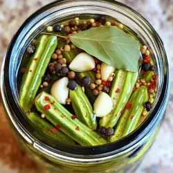 Für die Kühlschrank-Eingelegte Okra brauche ich frische Zutaten. Diese Hauptzutaten sind: - 450 g frische Okra, die Enden abgeschnitten - 240 ml klarer Essig (z. B. destillierter weißer Essig) - 240 ml Wasser - 2 Esslöffel koscheres Salz - 1 Esslöffel Zucker Die frische Okra sorgt für einen knackigen Biss. Der Essig gibt einen tollen, sauren Geschmack. Koscheres Salz und Zucker helfen, die Aromen auszugleichen. Die Gewürze machen die Okra besonders lecker. Hier sind die Gewürze, die ich verwende: - 3 Knoblauchzehen, geschält und leicht zerdrückt - 1 Teelöffel schwarze Pfefferkörner - 1 Teelöffel Senfsamen - 1 Teelöffel zerstoßene rote Pfefferflocken (je nach Schärfewunsch anpassen) - 2 Lorbeerblätter Knoblauch und Pfeffer geben einen tollen Geschmack. Senfsamen und rote Pfefferflocken bringen eine schöne Würze. Die Lorbeerblätter machen das Ganze noch aromatischer. Wenn ich frische Okra kaufe, achte ich auf einige Dinge: - Die Schoten sollten fest und knackig sein. - Die Farbe sollte hellgrün und glänzend sein. - Vermeide Okra mit braunen Flecken oder einer schlaffen Textur. Frische Okra ist der Schlüssel für den besten Geschmack. Du kannst die Okra in vielen Geschäften finden. Achte darauf, die besten Stücke auszuwählen. So wirst du mit dieser Kühlschrank-Eingelegten Okra viel Freude haben! Zuerst waschen wir die Okra gründlich. Halte sie unter kaltes, fließendes Wasser. So entfernen wir Schmutz und Bakterien. Dann schneiden wir die Enden der Okra ab. Achte darauf, sie auf etwa 0,6 cm zu kürzen. Das hilft, die Okra gleichmäßig einlegen zu können. Frische Okra ist wichtig für den besten Geschmack. Jetzt bereiten wir die Essigmischung vor. Nimm einen kleinen Topf und gib Essig, Wasser, koscheres Salz und Zucker hinein. Erhitze die Mischung bei mittlerer Hitze. Rühre gelegentlich um, bis Salz und Zucker sich auflösen. Das dauert nur ein paar Minuten. Nimm den Topf vom Herd und lass die Mischung leicht abkühlen. Dies ist der Schlüssel zu einem ausgewogenen Geschmack. Für das Abfüllen brauchst du ein sauberes, sterilisiertes Glas. Fülle die Okra vorsichtig aufrecht hinein. Achte darauf, Platz zu sparen. Füge die zerdrückten Knoblauchzehen, die Pfefferkörner, die Senfsamen, die roten Pfefferflocken und die Lorbeerblätter gleichmäßig hinzu. Diese Zutaten sorgen für den besonderen Kick. Gieße nun die abgekühlte Essigmischung über die Okra. Achte darauf, dass alles gut bedeckt ist. Klopfe sanft am Glas, um Luftblasen zu entfernen. Verschließe das Glas und lass es auf Raumtemperatur abkühlen. Danach stelle es in den Kühlschrank. Lass die Okra mindestens 24 Stunden einlegen, um den vollen Geschmack zu entfalten. Wenn du es eilig hast, sind sie nach 6 Stunden auch schon lecker. Du kannst die eingelegte Okra bis zu 3 Monate im Kühlschrank aufbewahren. Du findest die vollständige Anleitung im [Full Recipe]. Ein häufiger Fehler ist, die Okra nicht richtig zu reinigen. Achten Sie darauf, sie gründlich unter kaltem Wasser zu waschen. Schneiden Sie auch die Enden gut ab. Ein weiterer Fehler ist, die Flüssigkeit nicht ausreichend abkühlen zu lassen. Dies führt zu einer weicheren Okra. Lassen Sie die Essigmischung daher etwas abkühlen, bevor Sie sie über die Okra gießen. Es gibt viele Wege, den Geschmack Ihrer Kühlschrank-Eingelegten Okra anzupassen. Fügen Sie zusätzlich frische Kräuter wie Dill oder Thymian hinzu. Wenn Sie es schärfer mögen, können Sie mehr zerstoßene rote Pfefferflocken verwenden. Auch ein Spritzer Zitronensaft gibt einen frischen Kick. Experimentieren Sie mit verschiedenen Gewürzen, um Ihr perfektes Rezept zu finden. Für die Zubereitung benötigen Sie einige einfache Werkzeuge. Ein scharfes Messer hilft beim Schneiden der Okra. Ein kleiner Topf ist wichtig für die Essigmischung. Ein sauberes, sterilisiertes Glas eignet sich perfekt zum Einlegen. Ein Trichter kann die Abfüllung erleichtern, und ein Löffel hilft, die Gewürze gleichmäßig zu verteilen. Diese Werkzeuge machen den Prozess schnell und einfach. Ich hoffe, diese Tipps helfen Ihnen, Ihre Kühlschrank-Eingelegte Okra perfekt hinzubekommen. Für das vollständige Rezept schauen Sie sich bitte die [Full Recipe] an! {{image_4}} Ich liebe es, meiner eingelegten Okra einen scharfen Kick zu geben. Fügen Sie einfach mehr zerstoßene rote Pfefferflocken hinzu. Sie können auch frische Jalapeños oder Thai-Chilis verwenden. Schneiden Sie sie in Scheiben und geben Sie sie mit der Okra in das Glas. So wird die Okra noch schärfer und würziger. Ich empfehle, mit kleinen Mengen zu starten. So können Sie den Schärfegrad nach Ihrem Geschmack anpassen. Die Basisrezeptur für Kühlschrank-Eingelegte Okra ist vielseitig. Experimentieren Sie mit verschiedenen Kräutern wie Dill oder Thymian. Diese Kräuter bringen frische Aromen in die Mischung. Fügen Sie ein paar Zweige in das Glas, um den Geschmack zu variieren. Auch Gewürze wie Kreuzkümmel oder Koriander können interessante Noten hinzufügen. Seien Sie kreativ und finden Sie Ihre persönliche Mischung. Okra ist nicht das einzige Gemüse, das sich gut eignet. Auch Gurken, Karotten und Blumenkohl sind tolle Alternativen. Diese Gemüsesorten können Sie ähnlich zubereiten. Achten Sie darauf, die Schnittgröße anzupassen. So sorgen Sie dafür, dass sie gleichmäßig eingelegt werden. Probieren Sie verschiedene Kombinationen aus, um neue Geschmackserlebnisse zu entdecken. Nutzen Sie die Grundrezepte und fügen Sie Ihre Lieblingsgemüse hinzu. Um die Aromen der Kühlschrank-Eingelegten Okra zu bewahren, lagere ich sie im Kühlschrank. Ein luftdicht verschlossenes Glas ist wichtig. So bleibt alles frisch. Stelle sicher, dass die Okra vollständig mit der Essiglösung bedeckt ist. Dadurch vermeidest du Schimmel und Trockenheit. Die optimale Temperatur liegt bei 1 bis 4 Grad Celsius. Die eingelegte Okra hält sich bis zu 3 Monate im Kühlschrank. Nach dieser Zeit kann sich der Geschmack ändern. Ich empfehle, die Okra nach 4 bis 6 Wochen zu probieren. So kannst du sicherstellen, dass sie noch frisch und lecker ist. Wenn du Veränderungen in der Textur oder im Geruch bemerkst, entsorge sie besser. Der übrig gebliebene Essig aus dem Glas ist ein wahrer Schatz! Du kannst ihn in Salatdressings verwenden oder zu Marinaden hinzufügen. Der Essig hat einen tollen Geschmack und passt gut zu vielen Gerichten. Ich finde ihn ideal für eine Vinaigrette oder als Beigabe zu gegrilltem Gemüse. Experimentiere mit verschiedenen Rezepten, um den vollen Geschmack zu nutzen! Die Okra muss mindestens 24 Stunden einlegen. So nimmt sie den ganzen Geschmack auf. Wenn es schnell gehen muss, kannst du sie nach 6 Stunden schon probieren. Aber je länger, desto besser wird der Geschmack. Ich empfehle, die Okra bis zu einer Woche im Kühlschrank zu lassen. So wird die Textur schön knackig. Ja, du kannst gefrorene Okra verwenden. Achte darauf, sie vorher aufzutauen und gut abzutrocknen. Gefrorene Okra kann etwas weicher werden. Der Geschmack bleibt aber gut. Sie sind eine praktische Option, wenn frische Okra nicht verfügbar ist. Beachte, dass die Textur nach dem Einlegen anders sein kann. Viele Gemüsesorten sind großartig zum Einlegen. Hier sind einige meiner Favoriten: - Karotten - Gurken - Blumenkohl - Paprika - Zwiebeln Diese Gemüse nehmen die Aromen gut auf und bleiben knackig. Du kannst auch verschiedene Gemüse in einem Glas kombinieren. Das macht das Einlegen noch spannender. Kühlschrank-eingelegte Okra bietet eine einfache Methode zur Konservierung. Wir haben die Hauptzutaten, die Zubereitung und wertvolle Tipps behandelt. Vermeiden Sie häufige Fehler und passen Sie den Geschmack nach Ihrem Wunsch an. Experimentieren Sie mit Variationen und anderen Gemüsen. Achten Sie dabei auf die Lagerbedingungen für beste Haltbarkeit. Wenn Sie diese Schritte befolgen, gelingt Ihnen die perfekte eingekochte Okra. Bleiben Sie kreativ und genießen Sie den Prozess!