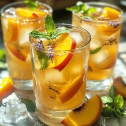 - 2 Esslöffel Oolong-Tee-Blätter - 2 Teelöffel getrocknete Lavendelblüten - 1 reife Pfirsich, in Scheiben geschnitten Die Hauptzutaten sind einfach und frisch. Oolong-Tee hat einen milden Geschmack. Er passt perfekt zu süßem Pfirsich und blumigem Lavendel. Ich liebe die Kombination. Der Tee gibt einen tollen Grundgeschmack. Die Lavendelblüten bringen ein florales Aroma. Pfirsiche fügen Süße und Frische hinzu. - 2 Esslöffel Honig (oder nach Geschmack) - Frische Minzblätter zum Garnieren (optional) - Pfirsichscheiben zum Garnieren (optional) Für die Süße empfehle ich Honig. Er löst sich gut im warmen Tee. Sie können auch andere Süßungsmittel ausprobieren. Minzblätter geben einen frischen Kick. Fügen Sie sie zum Glas hinzu. Weitere Pfirsichscheiben machen das Getränk schöner. Es sieht toll aus und schmeckt auch so! Zuerst bringe ich 4 Tassen Wasser in einem mittelgroßen Topf zum Kochen. Das Wasser muss sprudelnd sein. Sobald es kocht, nehme ich den Topf vom Herd. Jetzt füge ich 2 Esslöffel Oolong-Tee-Blätter und 2 Teelöffel getrocknete Lavendelblüten hinzu. Ich decke den Topf ab und lasse den Tee etwa 5 Minuten ziehen. So entfaltet sich das Aroma perfekt. Nach dem Ziehen gieße ich den Tee durch ein großes Sieb in eine Karaffe. Das entfernt die Teeblätter und die Lavendelblüten. Während der Tee noch warm ist, rühre ich 2 Esslöffel Honig ein. Der Honig löst sich gut auf. Jetzt lasse ich den Tee bei Raumtemperatur abkühlen. So bleibt der Geschmack frisch. Sobald der Tee abgekühlt ist, füge ich die Pfirsichscheiben hinzu. Diese bringe ich vorsichtig mit einem Löffel unter den Tee. Jetzt stelle ich die Karaffe in den Kühlschrank. Dort lasse ich den Tee mindestens eine Stunde kühlen. Wenn ich bereit bin zu servieren, fülle ich Gläser mit Eiswürfeln. Dann gieße ich den gekühlten Tee darüber. Optional kann ich mit frischen Minzblättern und zusätzlichen Pfirsichscheiben garnieren. So sieht der Tee nicht nur hübsch aus, sondern schmeckt auch köstlich. Die ideale Wassertemperatur für Oolong-Tee liegt zwischen 90 und 95 Grad Celsius. Diese Temperatur bringt die besten Aromen zur Geltung. Wenn das Wasser zu heiß ist, kann der Tee bitter werden. Verwende ein Thermometer, um die Temperatur genau zu messen. Alternativ kannst du das Wasser zum Kochen bringen und dann zwei Minuten warten, bevor du den Tee hinzufügst. Du kannst die Menge von Lavendel oder Pfirsich ganz leicht anpassen. Wenn du einen stärkeren Lavendelgeschmack möchtest, füge mehr Lavendelblüten hinzu. Für ein fruchtigeres Aroma verwende mehr Pfirsichscheiben. Probiere verschiedene Kombinationen aus, um deinen perfekten Geschmack zu finden. Es macht Spaß, mit den Zutaten zu experimentieren! Frische Pfirsiche verbessern den Geschmack erheblich. Sie bringen Süße und Frische in den Tee. Wähle reife, saftige Pfirsiche für das beste Ergebnis. Wenn du frische Pfirsiche verwendest, solltest du sie in Scheiben schneiden. So verteilen sie ihr Aroma besser im Tee. Getrocknete oder Konservenpfirsiche sind oft weniger geschmackvoll. Frische Zutaten machen den Unterschied in deinem Peach Lavender Iced Oolong! {{image_4}} Für Peach Lavender Iced Oolong kann man viele andere Früchte verwenden. Äpfel, Birnen oder sogar Beeren sind tolle Alternativen. Diese Früchte bringen ihren eigenen Geschmack und machen den Tee interessant. Zusätzlich kann man frische Minze oder Zitronenmelisse hinzufügen. Minze gibt den Tee einen frischen Kick. Zitronenmelisse hat einen milden, zitronigen Geschmack. Beide Kräuter passen gut zu Pfirsich und Lavendel. Wenn es um Süße geht, gibt es verschiedene Möglichkeiten. Honig ist eine beliebte Wahl. Er hat einen reichen, blumigen Geschmack. Aber auch Agavendicksaft oder Stevia sind gute Optionen. Beide sind süß, aber haben weniger Kalorien. Für eine zuckerfreie Variante kann man auch Fruchtsäfte verwenden. Diese geben Süße und Geschmack. Zum Beispiel kann Pfirsichsaft eine tolle Wahl sein. Möchten Sie eine warme Version? Hier ist ein einfaches Rezept für warmen Peach Lavender Oolong. Sie benötigen die gleichen Zutaten wie in der [Full Recipe]. 1. Kochen Sie 4 Tassen Wasser. 2. Fügen Sie die Oolong-Tee-Blätter und die Lavendelblüten hinzu. 3. Lassen Sie den Tee 5 Minuten ziehen. 4. Seihen Sie den Tee ab und süßen Sie ihn nach Belieben. 5. Fügen Sie frische Pfirsichscheiben hinzu und genießen Sie ihn warm. Diese warme Version ist perfekt für kühlere Tage. Der Duft von Pfirsich und Lavendel ist beruhigend und einladend. Um übrig gebliebenen Tee richtig zu lagern, fülle ihn in einen sauberen, luftdichten Behälter. Stelle sicher, dass der Behälter trocken und lichtgeschützt ist. Kühlschranklagerung funktioniert gut, um den frischen Geschmack zu erhalten. Verwende den Tee innerhalb von drei Tagen für das beste Aroma. Wenn du ihn länger aufbewahren möchtest, friere ihn in kleinen Portionen ein. So bleibt der Geschmack erhalten, und du kannst ihn später genießen. Der Tee bleibt frisch, wenn du ihn richtig lagerst. Im Kühlschrank hält er sich bis zu drei Tage. Nach dieser Zeit kann der Geschmack nachlassen. Wenn du ihn einfrierst, kann er bis zu einem Monat frisch bleiben. Achte darauf, die Portionen gut zu verpacken. So verhinderst du, dass der Tee Gerüche von anderen Lebensmitteln aufnimmt. Wenn du den Tee aufgetaut hast, genieße ihn sofort für den besten Geschmack. Die ideale Ziehzeit für Oolong-Tee beträgt etwa 5 Minuten. Dies bringt den besten Geschmack hervor. Wenn du ihn länger ziehen lässt, kann er bitter werden. Achte darauf, die Blätter nicht zu überziehen. So bleibt der Tee aromatisch und angenehm. Lavendel hat viele Vorteile. Er kann helfen, Stress abzubauen. Viele Menschen nutzen ihn, um besser zu schlafen. Lavendel kann auch den Magen beruhigen und die Verdauung fördern. Seine Blüten sind reich an Antioxidantien, die gut für die Haut sind. Außerdem hat er einen tollen Duft, der die Stimmung hebt. Ja, Peach Lavender Iced Oolong kann auch heiß serviert werden. Bereite den Tee wie gewohnt zu und lasse ihn nur weniger lange abkühlen. Du kannst ihn einfach ohne Eis genießen. Für eine heiße Variante, lasse die Pfirsichscheiben weg oder füge sie nach dem Servieren hinzu. So bleibt der Tee warm und aromatisch. Du kannst das Rezept für die heiße Zubereitung leicht anpassen. Der volle Geschmack kommt so noch besser zur Geltung. Peach Lavender Iced Oolong ist einfach und erfrischend. Wir haben wichtige Zutaten wie Oolong, Lavendel und Pfirsiche besprochen. Der Schritt-für-Schritt-Prozess zeigt, wie man diesen leckeren Tee richtig zubereitet. Mit unseren Tipps kannst du Geschmack und Haltbarkeit verbessern. Variiere die Früchte und süße ihn nach deinem Wunsch. Dieser Tee ist nicht nur cool, sondern auch gesund. Probiere dein eigenes Rezept aus und erlebe die Vielfalt. Enjoy!
