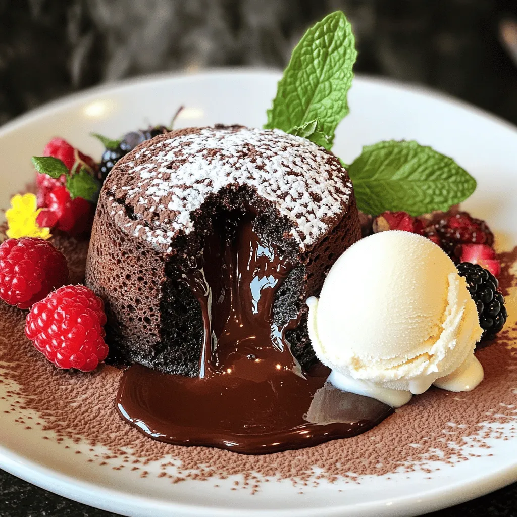 Für ein gelungenes Schokoladen Lava Cake brauchen Sie einige einfache, aber wichtige Zutaten: - 115 g ungesalzene Butter - 170 g dunkle Schokoladenstückchen (70% Kakao oder mehr) - 2 große Eier - 2 große Eigelben - 70 g Kristallzucker - 30 g Weizenmehl - 1 Teelöffel Vanilleextrakt - Prise Salz - Kakao-Pulver (zum Bestäuben der Ramekins) Diese Zutaten sorgen für den reichen Geschmack und die schmelzende Füllung. Die dunkle Schokolade verleiht dem Dessert Tiefe. Die Eier und Eigelbe geben dem Kuchen die nötige Struktur. Manchmal brauchen wir Alternativen. Hier sind ein paar Ideen: - Vegane Option: Ersetzen Sie die Eier durch Apfelmus oder Leinsamen. Nutzen Sie vegane Schokolade und Pflanzenmargarine. - Glutenfreie Option: Verwenden Sie glutenfreies Mehl anstelle von Weizenmehl. Mit diesen Alternativen bleibt der Geschmack toll. Sie können den Lava Cake anpassen, ohne den Genuss zu verlieren. Frische Zutaten sind der Schlüssel zu einem perfekten Lava Cake. Alte Eier oder Schokolade können den Geschmack ruinieren. Achten Sie darauf, die Butter frisch zu halten. Wenn die Zutaten frisch sind, wird Ihr Dessert viel besser schmecken. Für das beste Ergebnis empfehle ich, die Zutaten kurz vor der Zubereitung einzukaufen. So stellen Sie sicher, dass alles optimal schmeckt. Um ein perfektes Schokoladen Lava Cake zu machen, folgen Sie diesen einfachen Schritten. Zuerst heizen Sie den Ofen auf 220 °C vor. Fetten Sie vier Ramekins leicht mit Butter ein. Bestäuben Sie die Ramekins mit Kakao-Pulver und klopfen Sie das überschüssige Pulver heraus. In einer mikrowellengeeigneten Schüssel kombinieren Sie die ungesalzene Butter mit den dunklen Schokoladenstückchen. Erwärmen Sie die Mischung in der Mikrowelle in 30-Sekunden-Intervallen. Rühren Sie zwischendurch, bis die Mischung glatt ist. In einer separaten Schüssel schlagen Sie die Eier, die Eigelbe und den Zucker zusammen, bis die Mischung blass wird. Gießen Sie die geschmolzene Schokoladenmischung langsam in die Eiermischung, während Sie rühren. Heben Sie vorsichtig das Mehl, den Vanilleextrakt und eine Prise Salz unter. Teilen Sie den Teig gleichmäßig auf die Ramekins auf. Backen Sie die Lava-Küchlein für 12-14 Minuten. Die Ränder sollten fest sein, aber die Mitte wackelt leicht. Lassen Sie die Küchlein kurz abkühlen, bevor Sie sie servieren. Beim Erhitzen von Schokolade und Butter ist Geduld wichtig. Gehen Sie langsam vor. Verwenden Sie die Mikrowelle in kurzen Intervallen, um ein Anbrennen zu vermeiden. Wenn Sie die Schokolade zu lange erhitzen, wird sie klumpig. Rühren Sie gut, damit sich die Mischung gleichmäßig erwärmt. Eine gute Technik ist, die Schokolade und Butter zuerst in einer Schüssel zu kombinieren. Auf diese Weise schmilzt die Butter die Schokolade gleichmäßig. Das Backen ist der Schlüssel zum perfekten Lava Cake. Achten Sie darauf, die Küchlein nicht zu lange zu backen. Die Ränder sollten fest sein, aber die Mitte muss noch flüssig bleiben. Wenn die Küchlein zu lange im Ofen sind, wird die Füllung fest. Nach dem Backen lassen Sie die Küchlein kurz ruhen, bevor Sie sie auf einen Teller stürzen. Dies verhindert, dass sie auseinanderfallen. Die richtige Backzeit ist entscheidend für die herrlich schmelzende Füllung. Ein häufiger Fehler ist, den Kuchen zu lange zu backen. Backen Sie ihn nur 12-14 Minuten. Die Ränder sehen fest aus, aber die Mitte sollte weich sein. Wenn die Mitte fest ist, haben Sie einen normalen Schokoladenkuchen, nicht Lava. Ein weiterer Fehler ist, die Ramekins nicht richtig vorzubereiten. Fetten Sie sie gut ein und bestäuben Sie sie mit Kakao. So lösen sich die Kuchen leicht. Lassen Sie die Ramekins nach dem Backen für eine Minute abkühlen. Drehen Sie dann jedes Ramekin vorsichtig auf einen Teller. Klopfen Sie leicht auf die Unterseite des Ramekins. Wenn der Kuchen nicht sofort herauskommt, warten Sie einen Moment. Manchmal braucht er etwas Zeit, um sich zu lösen. Ein kleiner Trick ist, die Ramekins vor dem Backen leicht zu kippen. So kann sich der Teig gleichmäßig verteilen. Um die Füllung noch schokoladiger zu machen, nutzen Sie hochwertige Schokolade. Verwenden Sie Schokolade mit 70% Kakao oder mehr. Ein Geheimtipp ist, einen Esslöffel Schokoladensoße in die Mitte des Teigs zu geben, bevor Sie ihn backen. Das sorgt für noch mehr Schokoladengeschmack. Sie können auch eine Prise Espresso hinzufügen. Das verstärkt den Schokoladengeschmack und macht ihn noch reicher. Für das beste Ergebnis folgen Sie dem [Full Recipe]. {{image_4}} Wenn Sie eine vegane Option möchten, gibt es einfache Alternativen. Ersetzen Sie die Eier durch Apfelmus oder Leinsamen. Nutzen Sie dunkle Schokolade, die keine Milch enthält. Verwenden Sie pflanzliche Butter oder Kokosöl. Sie erhalten eine ähnliche Konsistenz und den gleichen köstlichen Geschmack. Für glutenfreie Lava-Küchlein können Sie einfach das Weizenmehl ersetzen. Verwenden Sie Mandelmehl oder eine glutenfreie Mehlmischung. Diese Optionen ergeben eine zarte Textur und einen feinen Geschmack. Achten Sie darauf, dass auch die Schokolade glutenfrei ist. So bleibt der Genuss vollkommen. Sie können den klassischen Schokoladengeschmack variieren. Fügen Sie einen Teelöffel Espressopulver hinzu, um die Schokolade zu intensivieren. Für eine frische Note, verwenden Sie Pfefferminzextrakt. Auch eine Prise Zimt kann dem Kuchen Tiefe geben. Experimentieren Sie mit Aromen, um Ihre eigene Version zu kreieren. Für das vollständige Rezept schauen Sie sich die [Full Recipe] an. Wenn Sie Lava Cake übrig haben, sollten Sie ihn richtig lagern. Lassen Sie die Küchlein zuerst auf Raumtemperatur abkühlen. Wickeln Sie sie dann in Frischhaltefolie oder legen Sie sie in einen luftdichten Behälter. So bleibt der Geschmack frisch. Lagern Sie die Küchlein im Kühlschrank. So bleiben sie bis zu drei Tage gut. Um den Lava Cake erneut zu genießen, heizen Sie den Ofen auf 180 °C vor. Nehmen Sie die Küchlein aus dem Kühlschrank und lassen Sie sie 10 Minuten bei Raumtemperatur stehen. Dann backen Sie sie für etwa 10 Minuten im Ofen. So wird die Füllung wieder schön schmelzig. Sie können auch die Mikrowelle nutzen. Erwärmen Sie die Küchlein 15–20 Sekunden lang. Achten Sie darauf, dass sie nicht zu heiß werden. Lava Cake kann auch eingefroren werden. Wickeln Sie ihn gut ein, um Gefrierbrand zu vermeiden. Im Gefrierschrank hält er bis zu drei Monate. Zum Auftauen legen Sie ihn einfach in den Kühlschrank über Nacht. Danach können Sie ihn wie oben beschrieben aufwärmen. So bleibt der Genuss auch nach längerer Zeit erhalten. Um den Schokoladen Lava Cake schmelzend zu machen, ist Timing wichtig. Backen Sie die Küchlein nur für 12-14 Minuten. Die Ränder sollten fest sein, während die Mitte noch flüssig bleibt. Verwenden Sie hochwertige Schokolade mit 70% Kakao oder mehr. Diese sorgt für einen reichhaltigen Geschmack und eine schöne, schmelzende Textur. Ja, Sie können Lava Cake im Voraus zubereiten. Bereiten Sie den Teig vor und füllen Sie die Ramekins. Kühlen Sie sie bis zum Backen. Wenn Sie bereit sind, backen Sie sie direkt aus dem Kühlschrank. Achten Sie darauf, die Backzeit um ein paar Minuten zu verlängern. Der Schokoladen Lava Cake stammt aus den USA. Er wurde in den 1980er Jahren populär. Der bekannte Koch Jean-Georges Vongerichten brachte ihn in seine Restaurants. Die Kombination aus einem festen Äußeren und einer flüssigen Mitte begeistert seitdem viele Feinschmecker. Ein perfekter Schokoladen Lava Cake braucht die besten Zutaten und frische Produkte. Mit der Schritt-für-Schritt-Anleitung kannst du sicher sein, dass dein Kuchen gelingt. Vermeide häufige Fehler und nutze Geheimtipps für das beste Ergebnis. Probiere Variationen, die deinen Vorlieben entsprechen. Lagere Reste richtig, um den Geschmack zu erhalten. Jetzt weißt du, wie man diesen köstlichen Kuchen macht. Viel Spaß beim Backen und Genießen!