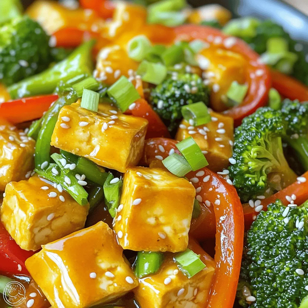 Für die Orangen-Ingwer-Tofu-Pfanne brauchen Sie frische und einfache Zutaten. Hier ist eine Liste: - 400 g fester Tofu, gepresst und gewürfelt - 2 Esslöffel Maisstärke - 2 Esslöffel pflanzliches Öl - 1 rote Paprika, in Streifen geschnitten - 1 Tasse Brokkoliröschen - 1 Karotte, dünn geschnitten - 3 Knoblauchzehen, gehackt - 1 Esslöffel frischer Ingwer, gerieben - 60 ml Sojasauce - 60 ml frischer Orangensaft - 2 Esslöffel Honig oder Ahornsirup - 1 Teelöffel Sesamöl - Frühlingszwiebeln und Sesamsamen zum Garnieren Diese Zutaten machen das Gericht bunt und nahrhaft. Tofu bringt eine tolle Proteinquelle, während das Gemüse Farbe und Vitamine hinzufügt. Wenn Sie eine vegane Version machen möchten, ersetzen Sie Honig durch Ahornsirup. Das gibt Ihnen die gleiche Süße. Sie können auch die Sojasauce gegen Tamari austauschen, um glutenfrei zu sein. Haben Sie keinen frischen Ingwer? Verwenden Sie Ingwerpulver. Es ist nicht ganz gleich, aber es funktioniert. Frische Zutaten schmecken am besten. Sie haben mehr Geschmack und Nährstoffe. Aber gefrorenes Gemüse ist eine gute Option, wenn frische Zutaten nicht verfügbar sind. Wenn Sie gefrorenes Gemüse verwenden, tauen Sie es zuerst auf. Dies sorgt dafür, dass das Gemüse gleichmäßig kocht. Zusammenfassend sind frische Zutaten ideal, aber gefrorene sind eine praktische Wahl. Nutzen Sie, was Sie haben! Für das vollständige Rezept schauen Sie sich die [Full Recipe] an. Zuerst presse ich den Tofu. So entferne ich überschüssige Feuchtigkeit. Ich schneide den Tofu in Würfel von etwa 2,5 cm. Dann wälze ich die Würfel in Maisstärke. Dadurch werden sie knusprig. Ich erhitze 1 Esslöffel pflanzliches Öl in einer großen Pfanne. Das mache ich bei mittlerer bis hoher Hitze. Dann füge ich die Tofuwürfel hinzu. Ich brate sie etwa 8-10 Minuten. Sie sollten von allen Seiten goldbraun sein. Nach dem Braten nehme ich den Tofu aus der Pfanne. Dann gebe ich das restliche Öl in die Pfanne. Ich brate rote Paprika, Brokkoli und Karotten für 4-5 Minuten. Sie sollen zart und leuchtend bleiben. Jetzt füge ich den gehackten Knoblauch und den geriebenen Ingwer hinzu. Ich rühre alles für 30 Sekunden. Dann mische ich in einer kleinen Schüssel Sojasauce, frischen Orangensaft, Honig und Sesamöl. Diese Mischung gieße ich über das Gemüse in der Pfanne. Ich gebe den Tofu zurück in die Pfanne und vermenge alles gut. Dann lasse ich es 2-3 Minuten weitergaren. Jetzt ist mein Gericht fast fertig! Um die beste Textur zu erhalten, presse den Tofu gut. Entferne so viel Wasser wie möglich. Schneide den Tofu in gleichmäßige Würfel. Wälze die Würfel in Maisstärke. Diese Schicht hilft, den Tofu knusprig zu machen. Brate ihn in heißem Öl, bis er goldbraun ist. Die Aromen kommen durch das Braten zur Geltung. Verwende frischen Ingwer und Knoblauch für den besten Geschmack. Brate das Gemüse nur kurz, damit es knackig bleibt. Füge die Sauce erst am Ende hinzu. So bleibt der frische Geschmack der Zutaten erhalten. Das Gemüse sollte schnell gekocht werden. Beginne mit den festen Zutaten, wie Karotten und Brokkoli. Füge die Paprika später hinzu, da sie schneller gar wird. So bleibt die Farbe leuchtend und die Textur knackig. Achte darauf, das Gemüse nicht zu überkochen. {{image_4}} Sie können viele Gemüsesorten hinzufügen. Brokkoli ist toll, aber auch andere passen gut. Versuchen Sie Zucchini, Erbsen oder Pilze. Diese bringen neue Farben und Geschmäcker. Schneiden Sie das Gemüse in gleichmäßige Stücke, damit alles gleichmäßig gart. So bleibt es knackig und frisch. Wenn Sie mehr Protein wollen, probieren Sie Tempeh oder Seitan. Tempeh hat einen nussigen Geschmack. Seitan ist sehr fleischig und nimmt die Aromen gut auf. Diese Optionen machen Ihr Gericht noch sättigender. Sie können auch gekochte Kichererbsen hinzufügen. Diese sind einfach und gesund. Für mehr Schärfe können Sie frische Chili verwenden. Schneiden Sie die Chili in kleine Stücke und fügen Sie sie zum Gemüse hinzu. Alternativ können Sie Sriracha-Sauce in die Mischung gießen. Ein Teelöffel reicht oft aus. So wird das Gericht aufregender und gibt einen tollen Kick. Um die Reste Ihrer Orangen-Ingwer-Tofu-Pfanne frisch zu halten, sollten Sie sie in einem luftdichten Behälter aufbewahren. Lassen Sie das Gericht vor dem Verpacken vollständig abkühlen. So vermeiden Sie Kondenswasser, das die Textur beeinträchtigen kann. Schichten Sie das Gemüse und den Tofu vorsichtig, um ein Zerdrücken zu verhindern. Im Kühlschrank hält sich die Orangen-Ingwer-Tofu-Pfanne etwa 3 bis 4 Tage. Achten Sie darauf, den Behälter gut verschlossen zu halten. Überprüfen Sie vor dem Essen immer den Geruch und das Aussehen. Wenn etwas seltsam aussieht oder riecht, werfen Sie es besser weg. Für eine längere Lagerung können Sie die Pfanne auch einfrieren. Teilen Sie die Portionen in geeignete Behälter oder Gefrierbeutel auf. Im Gefrierfach bleibt das Gericht bis zu 2 Monate haltbar. Zum Auftauen legen Sie die Reste über Nacht in den Kühlschrank. Erwärmen Sie die Pfanne dann in einer Pfanne oder Mikrowelle, bis sie durchgehend heiß ist. Um den Tofu knuspriger zu machen, presse ich ihn gut. Entfernen Sie die Feuchtigkeit, bevor Sie ihn schneiden. Wälzen Sie die Tofuwürfel in Maisstärke. Das hilft beim Braten. Braten Sie den Tofu in heißem Öl an, bis er goldbraun ist. Zu viel Bewegung in der Pfanne kann den Tofu weich machen. Lassen Sie ihn also in Ruhe, bis er knusprig ist. Ja, Sie können die Sauce anpassen! Wenn Sie weniger süß mögen, verwenden Sie weniger Honig oder Ahornsirup. Für mehr Schärfe fügen Sie Chili oder Sriracha hinzu. Mögen Sie es salziger? Dann erhöhen Sie die Sojasauce. Experimentieren Sie mit Zwiebel- oder Knoblauchpulver für zusätzliche Aromen. Die Sauce ist flexibel und lässt sich leicht nach Ihrem Geschmack ändern. Ja, die Orangen-Ingwer-Tofu-Pfanne kann glutenfrei sein! Verwenden Sie glutenfreie Sojasauce. Das sorgt dafür, dass das Gericht für alle geeignet ist. Achten Sie darauf, auch glutenfreie Zutaten für das Gemüse und die Gewürze zu wählen. So bleibt das Rezept für jeden genießbar. Die Orangen-Ingwer-Tofu-Pfanne ist eine schmackhafte und gesunde Wahl. Wir haben die Hauptzutaten, die Zubereitung und hilfreiche Tipps behandelt. Denke daran, frische Zutaten zu nutzen und das Gemüse richtig zu garen. Variationen machen das Gericht spannend und anpassbar. Reste lassen sich gut aufbewahren und schmecken auch warm gut. Mit diesen Informationen bist du bereit, köstliche Gerichte zu kreieren. Viel Spaß beim Kochen!