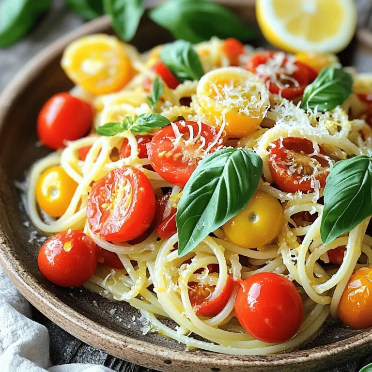 - 225 g Spaghetti oder Linguine - 4 reife Erbstücktomaten, gewürfelt - 1 Tasse Kirschtomaten, halbiert - 4 Knoblauchzehen, fein gehackt - 1 Tasse frische Basilikumblätter, fest gepackt - 60 ml extra natives Olivenöl - 1 Teelöffel rote Pfefferflocken (optional) - Salz und Pfeffer nach Geschmack - 50 g frisch geriebener Parmigiano-Reggiano-Käse - Zest einer Zitrone In diesem Rezept sind die Zutaten einfach und frisch. Die Hauptbestandteile sind Spaghetti oder Linguine, die du nach deinem Geschmack wählen kannst. Die Erbstücktomaten sind besonders saftig und geben viel Geschmack. Die Kirschtomaten bringen eine süße Note, die die Sauce lebendig macht. Die aromatischen Ergänzungen sind ebenfalls wichtig. Knoblauch gibt der Sauce einen tollen Duft und Geschmack. Frische Basilikumblätter sorgen für einen frischen Kick. Das Olivenöl ist entscheidend für die Textur und den Geschmack der Sauce. Die Würzmittel bringen das Gericht auf die nächste Stufe. Rote Pfefferflocken geben etwas Schärfe, wenn du es magst. Salz und Pfeffer sind Grundgewürze, die du nach Belieben hinzufügen kannst. Der frisch geriebene Parmigiano-Reggiano-Käse sorgt für einen cremigen Abschluss. Die Zitronenzesten fügen eine spritzige Frische hinzu. Für das volle Rezept, schau dir die vollständige Anleitung an: [Full Recipe]. Koche in einem großen Topf mit gesalzenem Wasser die Spaghetti oder Linguine. Achte darauf, die Pasta al dente zu garen. Das bedeutet, sie bleibt leicht bissfest. Bevor du die Pasta abgießt, bewahre eine Tasse des Nudelwassers auf. Dieses Wasser hilft später, die Sauce anzupassen. Erhitze in einer großen Pfanne das Olivenöl bei mittlerer Hitze. Füge den fein gehackten Knoblauch hinzu. Brate ihn 1-2 Minuten an, bis er duftet. Achte darauf, dass der Knoblauch nicht bräunt, da er sonst bitter werden kann. Gib die gewürfelten Erbstücktomaten und die halbierten Kirschtomaten in die Pfanne. Koche die Mischung 5-7 Minuten lang. Die Tomaten sollten weich werden und ihren Saft abgeben. Wenn du es etwas schärfer magst, füge optional rote Pfefferflocken hinzu. Jetzt ist es Zeit, die gekochte Pasta in die Pfanne zu geben. Rühre sanft um, um alles gut zu vermischen. Falls die Sauce zu dick ist, füge etwas von dem reservierten Nudelwasser hinzu. So erreichst du die perfekte Konsistenz. Nimm die Pfanne vom Herd. Jetzt kommen die frischen Basilikumblätter und der geriebene Parmigiano-Reggiano dazu. Hebe alles vorsichtig unter. Vergiss nicht, mit Salz und Pfeffer abzuschmecken, um den Geschmack zu verstärken. Teile das fertige Pasta-Gericht auf Teller auf. Du kannst es nach Wunsch garnieren. Ein Spritzer Olivenöl oder einige ganze Basilikumblätter sorgen für eine ansprechende Präsentation. Wählen Sie reife Erbstücktomaten oder Kirschtomaten für Ihren Pasta. Erbstücktomaten haben viel Saft und einen starken Geschmack. Kirschtomaten sind süß und perfekt für schnelle Gerichte. Achten Sie auf die Saison. Im Sommer sind Tomaten am besten. Sie haben mehr Geschmack und sind frischer. Kaufen Sie Tomaten, die fest und ohne Flecken sind. Kochen Sie Pasta in viel gesalzenem Wasser. Achten Sie auf die Kochzeit auf der Packung. Normalerweise sind 8 bis 10 Minuten genug. Testen Sie die Pasta kurz vor dem Ende. Sie sollte fest, aber nicht hart sein. Bewahren Sie eine Tasse Nudelwasser auf. Dieses Wasser enthält Stärke, die die Sauce bindet. So wird die Sauce cremiger und besser. Eine schöne Präsentation macht das Essen besonders. Servieren Sie die Pasta auf großen Tellern. Garnieren Sie mit frischen Basilikumblättern. Ein paar Zitronenschnitze verleihen einen frischen Geschmack. Streuen Sie etwas geriebenen Käse darüber. Das sieht nicht nur gut aus, sondern schmeckt auch lecker. Sehen Sie sich [Full Recipe] für mehr Details an. {{image_4}} Für eine leckere vegetarische Variation der frischen Tomaten-Basilikum Pasta, können Sie ein paar zusätzliche Gemüsesorten hinzufügen. Zucchini und Paprika passen gut. Diese Gemüsesorten bringen mehr Farbe und Nährstoffe in Ihr Gericht. Sie können auch mit Pesto experimentieren. Pesto gibt der Pasta einen weiteren, tollen Geschmack. Wenn Sie oder Ihre Gäste glutenfrei essen möchten, nutzen Sie glutenfreie Pasta-Sorten. Diese gibt es in vielen Geschäften. Achten Sie darauf, die Kochzeiten zu überprüfen, da sich diese von normaler Pasta unterscheiden können. Für die Zubereitung bleibt alles gleich, nur die Pasta ist anders. Um die Pasta proteinreicher zu machen, fügen Sie Hähnchen oder Garnelen hinzu. Diese Zutaten machen das Gericht sättigender. Wenn Sie eine vegane Option suchen, probieren Sie Hülsenfrüchte wie Kichererbsen oder Linsen. Diese sind gesund und geben der Pasta eine tolle Textur. Egal für welche Variation Sie sich entscheiden, das Grundrezept bleibt lecker und einfach! Für das vollständige Rezept schauen Sie in den Abschnitt „Full Recipe“. Nach dem Kochen ist es wichtig, die Pasta richtig zu lagern. Der beste Ort ist ein kühler Raum. So bleibt der Geschmack frisch und lecker. Wenn du Reste hast, kannst du diese für 1-2 Tage aufbewahren. Achte darauf, sie in einem luftdichten Behälter zu lagern. Das hilft, den Geschmack zu bewahren. Für die Aufbewahrung im Kühlschrank wähle einen passenden Behälter. Ein Glas- oder Plastikbehälter mit Deckel ist ideal. Die Pasta hält sich hier 3-5 Tage. Wenn du die Pasta aufwärmen möchtest, nutze die Mikrowelle. Stelle die Hitze auf niedrig, um ein Austrocknen zu vermeiden. Du kannst auch einen Spritzer Wasser hinzufügen. Wenn du die Reste länger aufbewahren möchtest, friere sie ein. Teile die Pasta in Portionen und lege sie in Gefrierbeutel. Drücke die Luft heraus, bevor du sie verschließt. So bleibt die Qualität erhalten. Zum Auftauen lasse die Pasta über Nacht im Kühlschrank. Erwärme sie dann sanft in der Mikrowelle oder in einer Pfanne. So bleibt der Geschmack frisch und lecker. Frisch zubereitete Pasta hält sich gut im Kühlschrank. Sie bleibt dort bis zu drei Tage frisch. Packen Sie die Pasta in einen luftdichten Behälter. Für längere Lagerung können Sie die Pasta einfrieren. Im Gefrierfach bleibt sie bis zu drei Monate genießbar. Achten Sie darauf, die Pasta gut zu verpacken, damit sie nicht austrocknet. Ja, Sie können die Pasta im Voraus machen. Kochen Sie die Pasta und bereiten Sie die Sauce separat vor. Lassen Sie beides abkühlen, bevor Sie sie in den Kühlschrank stellen. Nutzen Sie einen luftdichten Behälter für die Lagerung. Wenn Sie bereit sind, die Pasta zu essen, können Sie die Sauce einfach wieder aufwärmen. Fügen Sie etwas Nudelwasser hinzu, um die Sauce geschmeidig zu machen. Es gibt viele Möglichkeiten, diese Pasta zu variieren. Fügen Sie zum Beispiel Zucchini oder Paprika hinzu, um mehr Gemüse zu integrieren. Sie können auch Pesto für einen anderen Geschmack verwenden. Ein Spritzer Balsamico kann der Sauce Tiefe verleihen. Experimentieren Sie mit verschiedenen Käsesorten oder Kräutern, um neue Geschmäcker zu entdecken. Frische Kräuter machen einen großen Unterschied im Geschmack. Sie bringen Aromen hervor, die getrocknete Kräuter nicht erreichen können. Basilikum hat auch gesundheitliche Vorteile. Es enthält Antioxidantien und kann entzündungshemmend wirken. Verwenden Sie frische Kräuter immer, wenn es möglich ist, um das Beste aus Ihrem Gericht herauszuholen. Ja, es gibt viele vegane Alternativen! Anstelle von Käse können Sie Hefeflocken verwenden, um einen käsigen Geschmack zu erzielen. Für die Sauce können Sie pflanzliche Sahne anstelle von Sahne verwenden. Fügen Sie auch mehr Gemüse hinzu, um das Gericht nahrhafter zu machen. Hülsenfrüchte wie Kichererbsen sind eine tolle Proteinquelle, die Sie ebenfalls integrieren können. Die Zubereitung dieser Pasta mit frischen Zutaten ist einfach und köstlich. Du hast gelernt, wie man die perfekten Aromen kombiniert und das Gericht ansprechend anrichtet. Denke daran, dass frische Tomaten und Kräuter den Geschmack erheblich verbessern. Variiere die Rezepte nach deinem Geschmack, um immer wieder neue Gerichte zu entdecken. Die Aufbewahrungshinweise helfen dir, die Reste optimal zu nutzen. Probiere diese Tipps aus und koche mit Freude!