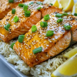 - 4 Lachsfilets - 60 ml Honig - 30 ml Sojasauce - 3 Knoblauchzehen, fein gehackt - 1 Esslöffel frischer Ingwer, gerieben - 1 Esslöffel Olivenöl - 1 Zitrone, abgerieben und ausgepresst - Salz und Pfeffer nach Geschmack - Gehackte Frühlingszwiebeln zur Garnitur - Sesamsamen zur Garnitur Du brauchst frische und hochwertige Zutaten für dieses Rezept. Lachs ist der Star und bringt viel Geschmack. Der Honig und die Sojasauce geben eine süße und salzige Note. Knoblauch und Ingwer sorgen für Aroma und Tiefe. Die Zitrone bringt Frische und einen schönen Kontrast. Achte darauf, dass der Lachs gleichmäßig dick ist. So gart er gleichmäßig. Verwende frische Kräuter für die Garnitur. Sie machen das Gericht noch schöner. Die Frühlingszwiebeln und Sesamsamen bringen Crunch und Farbe. Für die beste Qualität solltest du frischen Lachs wählen. Achte darauf, dass er gut riecht und keine braunen Stellen hat. Beim Honig wähle eine Sorte, die ungesüßt ist. So bleibt der natürliche Geschmack erhalten. Wenn du alle Zutaten hast, bist du bereit, loszulegen. Dieses Rezept ist einfach und macht Spaß. Du wirst schnell lernen, wie man ein köstliches Gericht zubereitet. Weitere Details findest du im Full Recipe. Zuerst mische die Zutaten in einer Schüssel. Du brauchst Honig, Sojasauce, Knoblauch, Ingwer und Zitrone. Vermenge alles gut. Die Mischung wird süß und würzig. Lege dann die Lachsfilets in eine flache Schale. Gieße die Marinade gleichmäßig über den Fisch. Wende die Filets vorsichtig. So nehmen sie den ganzen Geschmack auf. Lass sie mindestens 30 Minuten marinieren. Für mehr Geschmack kannst du sie auch bis zu 2 Stunden im Kühlschrank lassen. Heize eine große, ofenfeste Pfanne bei mittelhoher Hitze. Gib das Olivenöl hinein, bis es heiß ist. Lege die Lachsfilets mit der Hautseite nach unten in die Pfanne. Brate sie etwa 3-4 Minuten, ohne sie zu bewegen. So entsteht eine goldene Kruste. Wende die Filets vorsichtig. Gieße etwas von der Marinade über die Oberseite jedes Filets. Das gibt zusätzlichen Geschmack. Heize den Ofen auf 200 °C vor. Überführe die Pfanne in den Ofen, wenn der Lachs gewendet ist. Backe den Lachs für 8-10 Minuten. Er ist fertig, wenn er sich leicht mit einer Gabel zerteilen lässt. Nimm die Pfanne aus dem Ofen und lasse den Lachs für ein paar Minuten ruhen. Garniere die Filets mit gehackten Frühlingszwiebeln und Sesamsamen. So sieht es schön aus und schmeckt gut. - Richtiges Anbraten für eine goldene Kruste: Beginne mit einer heißen Pfanne. Das Olivenöl sollte gut erhitzt sein. Lege den Lachs mit der Hautseite nach unten in die Pfanne. Lass ihn 3-4 Minuten braten, ohne ihn zu bewegen. So bekommst du eine schöne, goldene Kruste. - Marinade intensivieren mit längerer Ziehzeit: Wenn du Zeit hast, mariniere den Lachs länger. Eine Ziehzeit von zwei Stunden bringt noch mehr Geschmack. Die Aromen dringen tiefer in den Fisch ein und machen ihn saftiger. - Vorschläge für Beilagen: Gedämpfter Jasminreis ist die perfekte Beilage. Du kannst auch leicht gewellten Spinat oder Brokkoli servieren. Diese Beilagen ergänzen den Geschmack des Lachses gut. - Anrichten auf dem Teller: Lege den Lachs auf das Bett aus Reis oder Spinat. Beträufle ihn mit zusätzlicher Marinade für mehr Geschmack. Zitronenscheiben sind ein frischer Akzent und machen das Gericht schöner. - Omega-3-Fettsäuren und Nährstoffgehalt: Lachs ist reich an Omega-3-Fettsäuren. Diese Fette sind gut für dein Herz. Außerdem enthält Lachs wichtige Nährstoffe wie Vitamin D und B-Vitamine. Diese Nährstoffe unterstützen deine Gesundheit und dein Wohlbefinden. {{image_4}} Um dein Honig-Knoblauch-Lachs Rezept zu variieren, kannst du verschiedene Gewürze verwenden. Probiere zum Beispiel Paprika oder Chili für eine scharfe Note. Eine Prise Kreuzkümmel gibt dem Lachs einen tollen Geschmack. Alternativ kannst du auch mit Marinaden experimentieren. Ersetze die Sojasauce durch Teriyaki-Sauce für einen süßeren Geschmack. Zu einer asiatischen Note passt auch ein Spritzer Sesamöl. Für die Beilagen empfehle ich gedämpften Reis oder Gemüse. Jasminreis passt perfekt zu diesem Gericht. Du kannst auch Brokkoli oder grüne Bohnen dämpfen. Eine frische Salatbeilage ergänzt das Gericht gut. Ein einfacher Gurkensalat oder ein gemischter Salat bringt Frische. So hast du ein ausgewogenes und leckeres Essen. Wenn du mehr Ideen möchtest, schaue dir die Full Recipe an. Um Reste von Honig-Knoblauch-Lachs frisch zu halten, lagere sie im Kühlschrank. - Aufbewahrung im Kühlschrank: Lege die Reste in einen luftdichten Behälter. So bleiben die Aromen erhalten. Du kannst den Lachs bis zu drei Tage im Kühlschrank aufbewahren. - Einfrieren für längere Haltbarkeit: Wenn du mehr Lachs hast, friere ihn ein. Wickele die Filets in Frischhaltefolie. Dann lege sie in einen Gefrierbeutel. So bleibt der Lachs bis zu drei Monate frisch. Wenn es Zeit ist, den Lachs wieder zu genießen, gibt es einige gute Methoden. - Beste Methoden zum Erwärmen ohne Qualitätsverlust: Heize den Ofen auf 150 °C vor. Lege die Lachsfilets auf ein Backblech. Decke sie mit Alufolie ab, um das Austrocknen zu verhindern. Erwärme sie für etwa 10 bis 15 Minuten. Alternativ kannst du eine Pfanne verwenden. Erhitze sie leicht, füge etwas Öl hinzu und erwärme die Filets vorsichtig. So bleiben sie saftig und lecker. Ich empfehle, den Lachs mindestens 30 Minuten zu marinieren. So zieht die Marinade gut ein. Für besten Geschmack lässt du ihn bis zu 2 Stunden im Kühlschrank. Das gibt dem Lachs einen intensiveren Honig-Knoblauch-Geschmack. Ja, gefrorenen Lachs kannst du gut verwenden. Achte darauf, ihn vorher im Kühlschrank auftauen zu lassen. So bleibt die Textur gut. Du kannst ihn auch direkt grillen, aber die Garzeit verlängert sich dann. Honig-Knoblauch-Lachs passt toll zu verschiedenen Beilagen. Hier sind einige Ideen: - Gedämpfter Jasminreis - Ofengemüse - Grüner Salat - Quinoa-Salat - Kartoffelpüree Diese Beilagen ergänzen den süßen und herzhaften Geschmack des Lachses. Ja, Honig-Knoblauch-Lachs ist gesund. Lachs enthält wertvolle Omega-3-Fettsäuren. Diese sind gut für das Herz. Außerdem sind die Zutaten wie Knoblauch und Ingwer reich an Antioxidantien. So ist dieses Rezept nicht nur lecker, sondern auch nahrhaft. Für das Rezept schaue einfach in den Abschnitt "Full Recipe". Zusammengefasst zeigt dieses Rezept, wie man Lachs mit einer köstlichen Honig-Knoblauch-Marinade zubereitet. Sie lernen, wie man die Marinade macht, den Lachs anbrät und perfekt backt. Es gibt viele Tipps, um den Lachs zu perfektionieren und ihn gesund zu genießen. Variationen und Lagerungshinweise helfen Ihnen, das Beste aus Ihrem Gericht herauszuholen. Kochen kann einfach und lecker sein. Probieren Sie es aus, und bringen Sie neue Aromen in Ihre Küche!