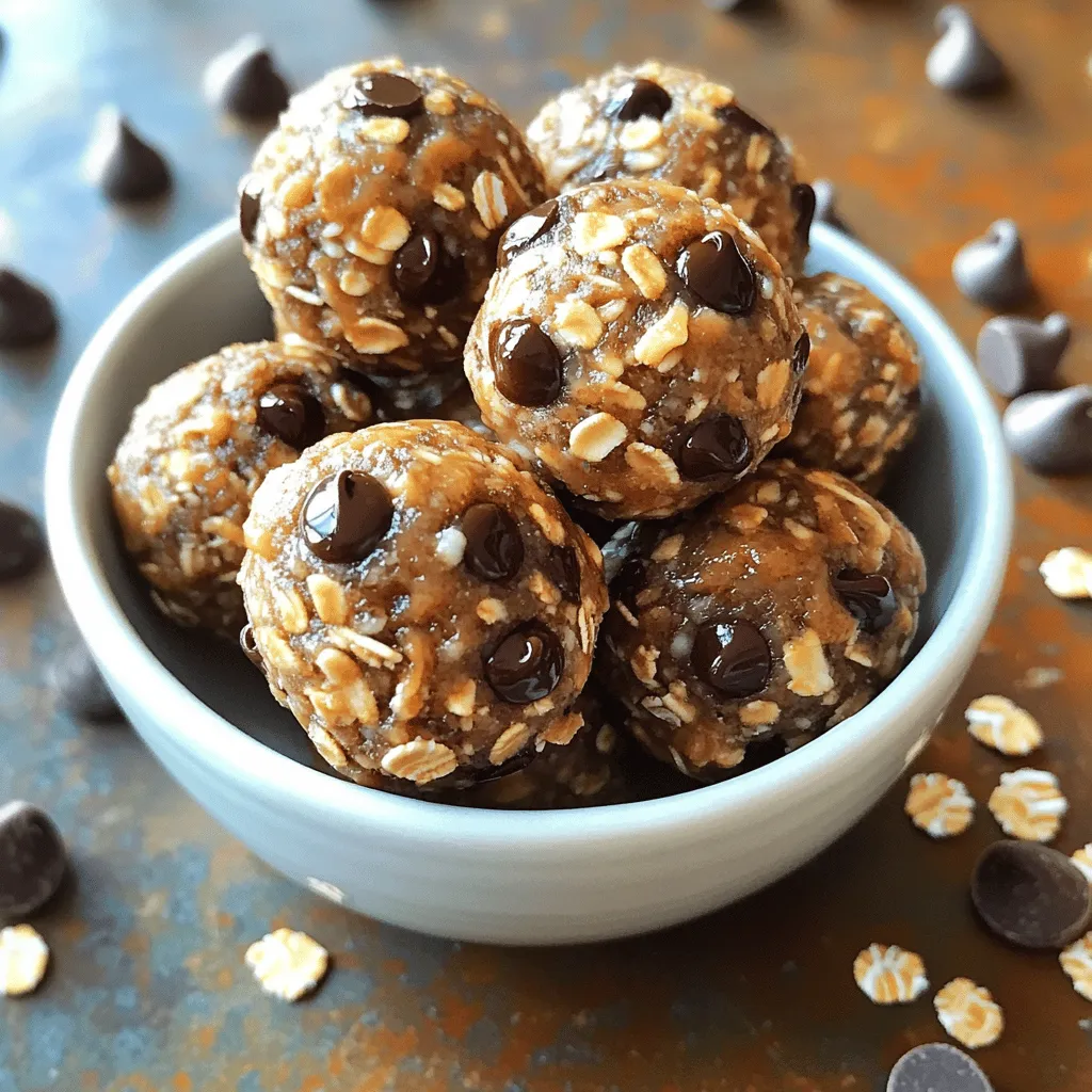 - 1 Tasse Haferflocken - ½ Tasse natürliche Erdnussbutter - ¼ Tasse Honig oder Ahornsirup Die Hauptzutaten bilden die Basis für die No-Bake Chocolate Chip Energy Bites. Haferflocken geben den Bissen Struktur. Sie sind nahrhaft und sättigend. Natürliche Erdnussbutter fügt Geschmack und gesunde Fette hinzu. Honig oder Ahornsirup sorgt für die Süße. Diese Zutaten sind einfach zu finden und passen gut zusammen. - ½ Tasse Mini-Schokoladenstückchen - ¼ Tasse gemahlene Leinsamen - 1 Teelöffel Vanilleextrakt - Eine Prise Meersalz Zusätzliche Zutaten machen die Bissen besonders lecker. Mini-Schokoladenstückchen bringen Schokoladengeschmack in jeden Bissen. Gemahlene Leinsamen sind reich an Ballaststoffen und Omega-3-Fettsäuren. Vanilleextrakt fügt ein warmes Aroma hinzu. Eine Prise Meersalz rundet die Süße ab und hebt die Aromen hervor. Diese Zutaten sind leicht zu variieren, um neue Geschmäcker zu entdecken. Für das vollständige Rezept, wie man die Bissen zubereitet, schauen Sie sich das [Full Recipe] an. Energiebissen sind einfach zu machen und bieten viele Vorteile. Wir haben die wichtigsten Zutaten besprochen, wie Haferflocken und Erdnussbutter. Die Schritt-für-Schritt-Anleitung macht das Zubereiten leicht. Sie können verschiedene Variationen ausprobieren und nach Belieben anpassen. Mit unseren Tipps zur Lagerung bleiben sie frisch. Wenn du Fragen hast, findest du sie in unseren FAQs. Mach diese leckeren Snacks heute und genieße sie immer wieder!