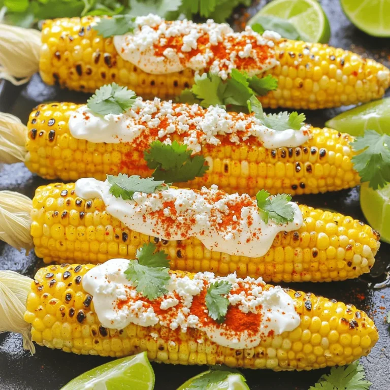 Um ein leckeres Elote zu machen, brauchst du frische Maiskolben. Die besten Maiskolben sind saftig und süß. Du benötigst auch: - 4 Maiskolben, enthäutet Die Sauce macht dein Elote besonders. Hier sind die Zutaten, die du brauchst: - 1/2 Tasse Mayonnaise - 1/4 Tasse saure Sahne - 1 Teelöffel Chilipulver - 1 Teelöffel geräuchertes Paprikapulver - 1 Esslöffel Limettensaft - Salz und Pfeffer nach Geschmack Mische diese Zutaten in einer Schüssel, bis sie glatt sind. Die Kombination von Mayonnaise und saurer Sahne gibt deinem Elote eine cremige Textur. Die Garnierung macht dein Elote noch schöner und schmackhafter. Für die Garnierung brauchst du: - 1 Tasse zerbröckelter Cotija-Käse - Frische Korianderblätter, zur Garnierung - Limettenkeile, zum Servieren Bestreue das Elote mit Cotija-Käse und Koriander. Das bringt frische Aromen. Serviere es mit Limettenkeilen, damit jeder nach Belieben Limettensaft hinzufügen kann. Diese einfachen Zutaten machen dein Elote unwiderstehlich. Schau dir auch das [Full Recipe] für weitere Details an. Zuerst müssen wir alles bereitstellen. Du brauchst frischen Mais. Nimm vier Maiskolben und schäle sie. Achte darauf, dass die Fäden entfernt sind. Dann bereite die Sauce vor. In einer Schüssel mische Mayonnaise, saure Sahne, Limettensaft, Chilipulver und geräuchertes Paprikapulver. Rühre alles gut um, bis die Mischung cremig ist. Halte auch den zerbröckelten Cotija-Käse bereit. Dieser Käse macht das Gericht besonders lecker. Heize den Grill auf mittelhohe Hitze vor. Lege die Maiskolben direkt auf den Grill. Grill sie etwa 10 bis 12 Minuten. Wende sie regelmäßig, damit sie gleichmäßig garen. Der Mais sollte zart sein und schöne Grillstreifen haben. Das Grillen bringt den Geschmack zum Leben. Es ist einfacher, als du denkst! Sobald der Mais fertig ist, nimm ihn vom Grill. Lass ihn kurz abkühlen, damit du dich nicht verbrennst. Jetzt kommt der spaßige Teil! Bestreiche jeden Kolben großzügig mit der Mayonnaise-Mischung. Achte darauf, dass er von allen Seiten bedeckt ist. Dann bestreue den Mais mit zerbröckeltem Cotija-Käse. Das macht das Gericht besonders. Würze nach Geschmack mit Salz und Pfeffer. Füge optional mehr Chilipulver hinzu. Garniere die Kolben mit frischen Korianderblättern. Serviere sie mit Limettenkeilen. So kann jeder nach Belieben träufeln. Das ist ein echter Genuss! Für das vollständige Rezept sieh dir den Abschnitt "Full Recipe" an. Um Elote perfekt zu grillen, folge diesen Schritten: - Heize den Grill auf mittelhohe Hitze vor. - Lege die Maiskolben direkt auf den Grill. - Wende die Kolben alle paar Minuten. - Grillen dauert etwa 10-12 Minuten. - Achte auf zarte Körner und schöne Grillstreifen. Denke an diese wichtigen Punkte: - Do: Verwende frischen Mais für den besten Geschmack. - Do: Bereite die Sauce während des Grillens vor. - Don’t: Lass den Mais nicht zu lange auf dem Grill. - Don’t: Überlade den Kolben mit zu viel Käse. So sieht dein Elote am besten aus: - Bestreiche die Kolben gleichmäßig mit der Sauce. - Streue den Cotija-Käse großzügig darüber. - Garnieren mit frischen Korianderblättern verleiht Farbe. - Serviere mit Limettenkeilen für zusätzlichen Geschmack. - Stelle die Kolben auf kleine Spieße für einen einfachen Genuss. Mit diesen Tipps gelingt dir das perfekte Elote. Für das vollständige Rezept schaue hier: [Full Recipe]. {{image_4}} Es gibt viele Wege, um den Geschmack von Elote zu verändern. Sie können verschiedene Gewürze ausprobieren. Zum Beispiel kann Kreuzkümmel einen warmen, erdigen Geschmack hinzufügen. Oder nutzen Sie frischen Knoblauch für mehr Tiefe. Wenn Sie die Sauce ändern möchten, probieren Sie Joghurt anstelle von Mayonnaise. Das gibt Ihnen eine leichtere, frische Note. Toppings machen Elote besonders lecker. Sie können Avocado für cremige Textur hinzufügen. Geröstete Pinienkerne geben einen nussigen Biss. Wenn Sie es scharf mögen, fügen Sie gehackte Jalapeños hinzu. Für einen süßen Akzent, versuchen Sie geröstete Kokosnussflocken. Diese Extras machen das Gericht noch interessanter und geschmackvoller. Für vegane Optionen verwenden Sie pflanzliche Mayo oder Cashewcreme. Diese Alternativen haben eine ähnliche Konsistenz und bleiben cremig. Glutenfreie Esser können sicher sein, dass Elote von Natur aus glutenfrei ist. So können alle genießen! Experimentieren Sie mit verschiedenen Zutaten, um eine ganz persönliche Version zu kreieren. Für das vollständige Rezept, schauen Sie hier: [Full Recipe]. Wenn Sie Elote übrig haben, bewahren Sie es im Kühlschrank auf. Wickeln Sie die Maiskolben in Frischhaltefolie oder legen Sie sie in einen luftdichten Behälter. So bleibt der Geschmack frisch und lecker. Sie können den Mais bis zu drei Tage aufbewahren. Um Elote wieder aufzuwärmen, können Sie es auf dem Grill oder in einer Pfanne machen. Erhitzen Sie es bei mittlerer Hitze, bis es warm ist. Achten Sie darauf, den Käse und die Sauce nicht zu verbrennen. Eine andere Möglichkeit ist die Mikrowelle. Stellen Sie die Hitze niedrig ein und decken Sie den Mais ab. So bleibt er saftig und lecker. Die Frische von Elote hängt von den Zutaten ab. Frischer Mais hält sich am besten, wenn er vor dem Grillen kühl gelagert wird. Wenn der Mais einmal gegrillt ist, essen Sie ihn innerhalb von drei Tagen. Überprüfen Sie immer, ob der Mais noch gut aussieht und riecht. Sicherheit geht vor. Grillen Sie den Mais für 10 bis 12 Minuten. Wenden Sie die Kolben oft. So bekommen Sie schöne Grillstreifen und zarten Geschmack. Wenn der Mais goldbraun aussieht, ist er fertig. Achten Sie darauf, ihn nicht zu lange zu grillen, damit er nicht austrocknet. Ja, Sie können Elote auch im Ofen machen. Heizen Sie den Ofen auf 200 Grad vor. Wickeln Sie die Maiskolben in Alufolie. Lassen Sie sie 20 bis 25 Minuten backen. Die Folie hilft, die Feuchtigkeit zu halten. Nach dem Backen können Sie die Sauce und den Käse gleich wie beim Grillen hinzufügen. Elote passt gut zu vielen Gerichten. Servieren Sie es mit: - Gegrilltem Fleisch, wie Hähnchen oder Rind - Tacos oder Quesadillas - Frischem Salat - Reis oder Bohnen Diese Beilagen ergänzen den Geschmack von Elote und machen Ihr Essen noch besser. Mexikanischer Straßen-Mais, oder Elote, ist einfach zu machen und lecker. Wir haben die Zutaten, die Zubereitung und die besten Tipps zusammengefasst. Experimentiere mit verschiedenen Gewürzen und Saucen für neue Geschmackserlebnisse. Denke an die Lagerung und Wiedererwärmung deines Elote, damit es frisch bleibt. Sei kreativ und genieße es, deinen Freunden und deiner Familie diesen Genuss zu servieren. Elote ist mehr als nur ein Snack; es ist eine Erfahrung.