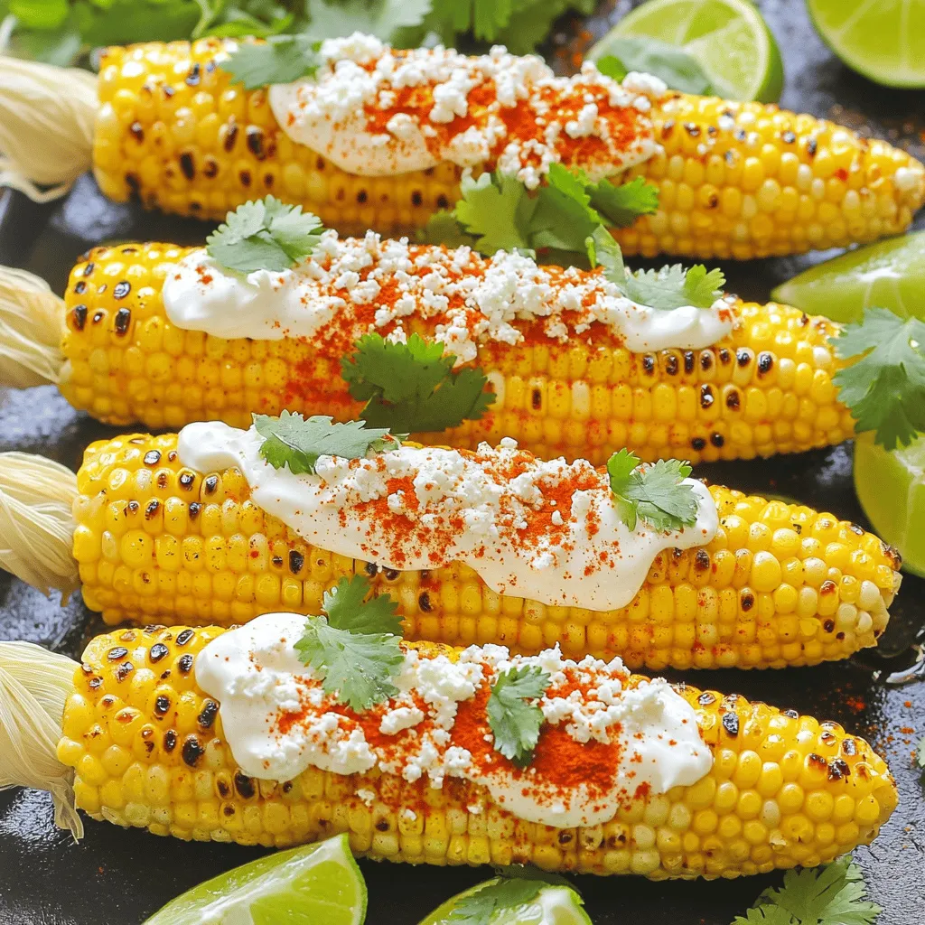 Um ein leckeres Elote zu machen, brauchst du frische Maiskolben. Die besten Maiskolben sind saftig und süß. Du benötigst auch: - 4 Maiskolben, enthäutet Die Sauce macht dein Elote besonders. Hier sind die Zutaten, die du brauchst: - 1/2 Tasse Mayonnaise - 1/4 Tasse saure Sahne - 1 Teelöffel Chilipulver - 1 Teelöffel geräuchertes Paprikapulver - 1 Esslöffel Limettensaft - Salz und Pfeffer nach Geschmack Mische diese Zutaten in einer Schüssel, bis sie glatt sind. Die Kombination von Mayonnaise und saurer Sahne gibt deinem Elote eine cremige Textur. Die Garnierung macht dein Elote noch schöner und schmackhafter. Für die Garnierung brauchst du: - 1 Tasse zerbröckelter Cotija-Käse - Frische Korianderblätter, zur Garnierung - Limettenkeile, zum Servieren Bestreue das Elote mit Cotija-Käse und Koriander. Das bringt frische Aromen. Serviere es mit Limettenkeilen, damit jeder nach Belieben Limettensaft hinzufügen kann. Diese einfachen Zutaten machen dein Elote unwiderstehlich. Schau dir auch das [Full Recipe] für weitere Details an. Zuerst müssen wir alles bereitstellen. Du brauchst frischen Mais. Nimm vier Maiskolben und schäle sie. Achte darauf, dass die Fäden entfernt sind. Dann bereite die Sauce vor. In einer Schüssel mische Mayonnaise, saure Sahne, Limettensaft, Chilipulver und geräuchertes Paprikapulver. Rühre alles gut um, bis die Mischung cremig ist. Halte auch den zerbröckelten Cotija-Käse bereit. Dieser Käse macht das Gericht besonders lecker. Heize den Grill auf mittelhohe Hitze vor. Lege die Maiskolben direkt auf den Grill. Grill sie etwa 10 bis 12 Minuten. Wende sie regelmäßig, damit sie gleichmäßig garen. Der Mais sollte zart sein und schöne Grillstreifen haben. Das Grillen bringt den Geschmack zum Leben. Es ist einfacher, als du denkst! Sobald der Mais fertig ist, nimm ihn vom Grill. Lass ihn kurz abkühlen, damit du dich nicht verbrennst. Jetzt kommt der spaßige Teil! Bestreiche jeden Kolben großzügig mit der Mayonnaise-Mischung. Achte darauf, dass er von allen Seiten bedeckt ist. Dann bestreue den Mais mit zerbröckeltem Cotija-Käse. Das macht das Gericht besonders. Würze nach Geschmack mit Salz und Pfeffer. Füge optional mehr Chilipulver hinzu. Garniere die Kolben mit frischen Korianderblättern. Serviere sie mit Limettenkeilen. So kann jeder nach Belieben träufeln. Das ist ein echter Genuss! Für das vollständige Rezept sieh dir den Abschnitt "Full Recipe" an. Um Elote perfekt zu grillen, folge diesen Schritten: - Heize den Grill auf mittelhohe Hitze vor. - Lege die Maiskolben direkt auf den Grill. - Wende die Kolben alle paar Minuten. - Grillen dauert etwa 10-12 Minuten. - Achte auf zarte Körner und schöne Grillstreifen. Denke an diese wichtigen Punkte: - Do: Verwende frischen Mais für den besten Geschmack. - Do: Bereite die Sauce während des Grillens vor. - Don’t: Lass den Mais nicht zu lange auf dem Grill. - Don’t: Überlade den Kolben mit zu viel Käse. So sieht dein Elote am besten aus: - Bestreiche die Kolben gleichmäßig mit der Sauce. - Streue den Cotija-Käse großzügig darüber. - Garnieren mit frischen Korianderblättern verleiht Farbe. - Serviere mit Limettenkeilen für zusätzlichen Geschmack. - Stelle die Kolben auf kleine Spieße für einen einfachen Genuss. Mit diesen Tipps gelingt dir das perfekte Elote. Für das vollständige Rezept schaue hier: [Full Recipe]. {{image_4}} Es gibt viele Wege, um den Geschmack von Elote zu verändern. Sie können verschiedene Gewürze ausprobieren. Zum Beispiel kann Kreuzkümmel einen warmen, erdigen Geschmack hinzufügen. Oder nutzen Sie frischen Knoblauch für mehr Tiefe. Wenn Sie die Sauce ändern möchten, probieren Sie Joghurt anstelle von Mayonnaise. Das gibt Ihnen eine leichtere, frische Note. Toppings machen Elote besonders lecker. Sie können Avocado für cremige Textur hinzufügen. Geröstete Pinienkerne geben einen nussigen Biss. Wenn Sie es scharf mögen, fügen Sie gehackte Jalapeños hinzu. Für einen süßen Akzent, versuchen Sie geröstete Kokosnussflocken. Diese Extras machen das Gericht noch interessanter und geschmackvoller. Für vegane Optionen verwenden Sie pflanzliche Mayo oder Cashewcreme. Diese Alternativen haben eine ähnliche Konsistenz und bleiben cremig. Glutenfreie Esser können sicher sein, dass Elote von Natur aus glutenfrei ist. So können alle genießen! Experimentieren Sie mit verschiedenen Zutaten, um eine ganz persönliche Version zu kreieren. Für das vollständige Rezept, schauen Sie hier: [Full Recipe]. Wenn Sie Elote übrig haben, bewahren Sie es im Kühlschrank auf. Wickeln Sie die Maiskolben in Frischhaltefolie oder legen Sie sie in einen luftdichten Behälter. So bleibt der Geschmack frisch und lecker. Sie können den Mais bis zu drei Tage aufbewahren. Um Elote wieder aufzuwärmen, können Sie es auf dem Grill oder in einer Pfanne machen. Erhitzen Sie es bei mittlerer Hitze, bis es warm ist. Achten Sie darauf, den Käse und die Sauce nicht zu verbrennen. Eine andere Möglichkeit ist die Mikrowelle. Stellen Sie die Hitze niedrig ein und decken Sie den Mais ab. So bleibt er saftig und lecker. Die Frische von Elote hängt von den Zutaten ab. Frischer Mais hält sich am besten, wenn er vor dem Grillen kühl gelagert wird. Wenn der Mais einmal gegrillt ist, essen Sie ihn innerhalb von drei Tagen. Überprüfen Sie immer, ob der Mais noch gut aussieht und riecht. Sicherheit geht vor. Grillen Sie den Mais für 10 bis 12 Minuten. Wenden Sie die Kolben oft. So bekommen Sie schöne Grillstreifen und zarten Geschmack. Wenn der Mais goldbraun aussieht, ist er fertig. Achten Sie darauf, ihn nicht zu lange zu grillen, damit er nicht austrocknet. Ja, Sie können Elote auch im Ofen machen. Heizen Sie den Ofen auf 200 Grad vor. Wickeln Sie die Maiskolben in Alufolie. Lassen Sie sie 20 bis 25 Minuten backen. Die Folie hilft, die Feuchtigkeit zu halten. Nach dem Backen können Sie die Sauce und den Käse gleich wie beim Grillen hinzufügen. Elote passt gut zu vielen Gerichten. Servieren Sie es mit: - Gegrilltem Fleisch, wie Hähnchen oder Rind - Tacos oder Quesadillas - Frischem Salat - Reis oder Bohnen Diese Beilagen ergänzen den Geschmack von Elote und machen Ihr Essen noch besser. Mexikanischer Straßen-Mais, oder Elote, ist einfach zu machen und lecker. Wir haben die Zutaten, die Zubereitung und die besten Tipps zusammengefasst. Experimentiere mit verschiedenen Gewürzen und Saucen für neue Geschmackserlebnisse. Denke an die Lagerung und Wiedererwärmung deines Elote, damit es frisch bleibt. Sei kreativ und genieße es, deinen Freunden und deiner Familie diesen Genuss zu servieren. Elote ist mehr als nur ein Snack; es ist eine Erfahrung.
