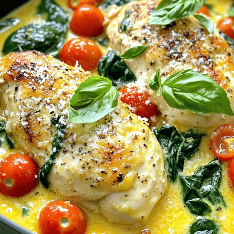 - 4 Hähnchenbrustfilets, ohne Haut und Knochen - 2 Esslöffel Olivenöl - 4 Knoblauchzehen, fein gehackt - 1 Tasse Kirschtomaten, halbiert Die Hauptzutaten bilden die Basis für das cremige Knoblauch-Toskanische Hähnchen. Die Hähnchenbrustfilets sind zart und saftig. Olivenöl bringt gesunde Fette und einen feinen Geschmack. Knoblauch sorgt für das besondere Aroma. Kirschtomaten fügen eine süße Note hinzu und machen das Gericht bunt. - 1 Tasse frische Spinatblätter - 1 Tasse Sahne - 1 Teelöffel Italienische Gewürzmischung - ½ Teelöffel rote Pfefferflocken (optional) - Salz und Pfeffer nach Geschmack - Frische Basilikumblätter zur Garnierung - Geriebener Parmesan (zum Servieren) In dieser Kategorie kommen die weiteren Zutaten ins Spiel. Spinat bringt Farbe und Nährstoffe. Sahne macht die Sauce besonders cremig. Die Italienische Gewürzmischung gibt dem Gericht ein wenig Pfiff. Rote Pfefferflocken sind für die, die es schärfer mögen. Vergiss nicht das Salz und den Pfeffer. Frische Basilikumblätter und Parmesan machen das Gericht perfekt. Für das ganze Rezept, schau dir die [Full Recipe] an. Zuerst würze die Hähnchenbrustfilets mit Salz und Pfeffer. Nimm dir eine große Pfanne und erhitze das Olivenöl bei mittlerer bis hoher Hitze. Lege die gewürzten Hähnchenbrustfilets in die Pfanne. Brate sie für 5 bis 7 Minuten auf jeder Seite, bis sie goldbraun sind. Achte darauf, dass sie durchgegart sind. Nimm das Hähnchen aus der Pfanne und lege es beiseite. In derselben Pfanne füge den fein gehackten Knoblauch hinzu. Brate ihn für etwa 30 Sekunden an, bis er duftet. Achte darauf, dass der Knoblauch nicht verbrennt. Danach kommen die halbierten Kirschtomaten in die Pfanne. Koche sie 3 bis 4 Minuten lang, bis sie weich werden. Rühre dann die frischen Spinatblätter ein und koche sie für etwa 1 bis 2 Minuten, bis sie verwelkt sind. Gieße die Sahne in die Pfanne. Füge die italienische Gewürzmischung und die roten Pfefferflocken hinzu, falls du sie magst. Rühre alles gut um und lasse die Sauce 2 bis 3 Minuten köcheln, bis sie leicht eindickt. Gib das Hähnchen wieder in die Pfanne. Wende es in der cremigen Sauce, damit es gut überzogen ist. Lass es 2 Minuten simmern, damit die Aromen gut durchziehen. Probiere die Sauce. Füge mehr Salz und Pfeffer hinzu, wenn nötig. Wenn alles gut ist, serviere das Hähnchen auf einem großen Teller. Garniere es mit frischen Basilikumblättern und etwas geriebenem Parmesan. Du kannst das Rezept für cremiges Knoblauch-Toskanisches Hähnchen hier finden: [Full Recipe]. Um die Sauce cremig zu machen, gibt es einfache Tricks. Wenn die Sauce zu dünn ist, füge mehr Sahne hinzu. Du kannst auch etwas Parmesan einrühren, um die Textur zu verbessern. Möchtest du die Sauce dicker machen? Lass sie einfach länger köcheln. So verdampft etwas Flüssigkeit. Die Gewürze sind wichtig für den Geschmack. Probiere frische Kräuter wie Basilikum oder Oregano. Diese Kräuter bringen mehr Frische in das Gericht. Wenn du es schärfer magst, füge mehr rote Pfefferflocken hinzu. Achte darauf, die Gewürze langsam anzupassen, um das beste Ergebnis zu erzielen. Meal Prep macht das Kochen einfacher. Du kannst das Hähnchen schon am Vortag braten. Lagere es dann im Kühlschrank. Am nächsten Tag kannst du die Sauce schnell zubereiten. Für die Sauce bereite alle Zutaten vor. Schneide den Knoblauch und die Kirschtomaten klein. So sparst du Zeit, wenn du das Gericht kochst. Du kannst die Sauce auch in einer großen Menge machen und die Reste aufbewahren. Das cremige Knoblauch-Toskanische Hähnchen passt gut zu vielen Beilagen. Probiere es mit Pasta oder Reis. Diese Gerichte nehmen die Sauce gut auf. Auch ein frischer Salat ergänzt das Essen. Zu trinken empfehle ich einen leichten Weißwein. Ein spritziger Sauvignon Blanc passt sehr gut. Er bringt die Aromen des Hähnchens schön zur Geltung. Du kannst das Gericht auch mit frischen Baguette servieren. So kannst du die leckere Sauce genießen. {{image_4}} Wenn du eine vegetarische Option suchst, probiere pflanzliche Proteine. Tofu oder Tempeh sind tolle Alternativen. Sie nehmen die Aromen gut auf. Du kannst sie in der gleichen Sauce zubereiten. Achte darauf, sie gut zu würzen. So schaffst du ein schmackhaftes Gericht. Experimentiere mit verschiedenen Kräutern und Gewürzen, um neue Geschmäcker zu entdecken. Frischer Thymian oder Rosmarin bringen einen tollen Duft. Du kannst auch etwas Zitronenabrieb hinzufügen. Es verleiht dem Gericht Frische. Probiere, mit geräuchertem Paprika zu arbeiten. Das gibt einen rauchigen Geschmack. Nutze saisonales Gemüse, um das Gericht zu bereichern. Im Frühling sind Spargel und Erbsen großartig. Im Sommer kannst du Zucchini und Auberginen verwenden. Im Herbst sind Kürbis und Pilze ideal. Im Winter passen Grünkohl und Wurzelgemüse. Diese Zutaten machen dein Gericht lebendig und gesund. Damit bleibst du im Einklang mit der Natur. Für das vollständige Rezept, siehe das [Full Recipe]. Um dein cremiges Knoblauch-Toskanisches Hähnchen frisch zu halten, lasse es zuerst abkühlen. Danach packe es in einen luftdichten Behälter. Du kannst auch Frischhaltefolie verwenden. Stelle sicher, dass die Sauce gut abgedeckt ist. So bleibt der Geschmack erhalten. Beim Aufwärmen ist es wichtig, die Hitze niedrig zu halten. Du kannst das Hähnchen in der Mikrowelle erwärmen. Achte darauf, es in kurzen Intervallen zu prüfen, damit es nicht austrocknet. Eine andere Methode ist, das Hähnchen in einer Pfanne mit ein wenig Sahne oder Brühe zu erwärmen. Das hält die Sauce cremig. Im Kühlschrank hält sich das Hähnchen etwa drei bis vier Tage. Achte darauf, es gut zu lagern. Wenn du es länger aufbewahren möchtest, kannst du es einfrieren. In einem gefrierfesten Behälter bleibt es bis zu drei Monate frisch. Beim Auftauen lasse es langsam im Kühlschrank auftauen, um die Qualität zu erhalten. Die Zubereitung dauert insgesamt etwa 30 Minuten. Die Vorbereitungszeit ist etwa 10 Minuten. Das Kochen nimmt die restlichen 20 Minuten in Anspruch. So kannst du schnell ein leckeres Gericht zaubern. Ja, du kannst das Hähnchen am Vortag zubereiten. Koche es einfach und lass es abkühlen. Bewahre es dann im Kühlschrank auf. Am nächsten Tag kannst du es wieder aufwärmen. Achte darauf, die Sauce gut zu erhitzen, damit sie schön cremig bleibt. Zu cremigem Knoblauch-Toskanischem Hähnchen passen viele Beilagen. Hier sind einige Ideen: - Reis oder Quinoa für eine sättigende Basis. - Pasta, um die Sauce aufzunehmen. - Gedünstetes Gemüse wie Brokkoli oder grüne Bohnen. - Ein frischer Salat für einen knackigen Kontrast. Ja, das Rezept ist glutenfrei. Die Hauptzutaten enthalten kein Gluten. Achte jedoch darauf, glutenfreie Produkte zu wählen, wenn du Gewürze oder Brühe verwendest. So bleibt das Gericht für alle diätetischen Bedürfnisse geeignet. Das Rezept für cremiges knoblauch-toskanisches Hähnchen bietet viele Möglichkeiten. Du erfährst, wie du in wenigen Schritten köstliche Hauptzutaten wie Hähnchenbrust und Kirschtomaten zubereitest. Mit ein paar Tipps wird deine Sauce perfekt. Variiere die Zutaten nach Wunsch und passe sie an deine Vorlieben an. Die Lagerung und Aufwärmung sind einfach. Mit diesem Gericht bereitest du nicht nur eine leckere Mahlzeit, sondern auch eine schnelle Lösung für den Alltag. Nutze die Informationen und koche es gleich heute!