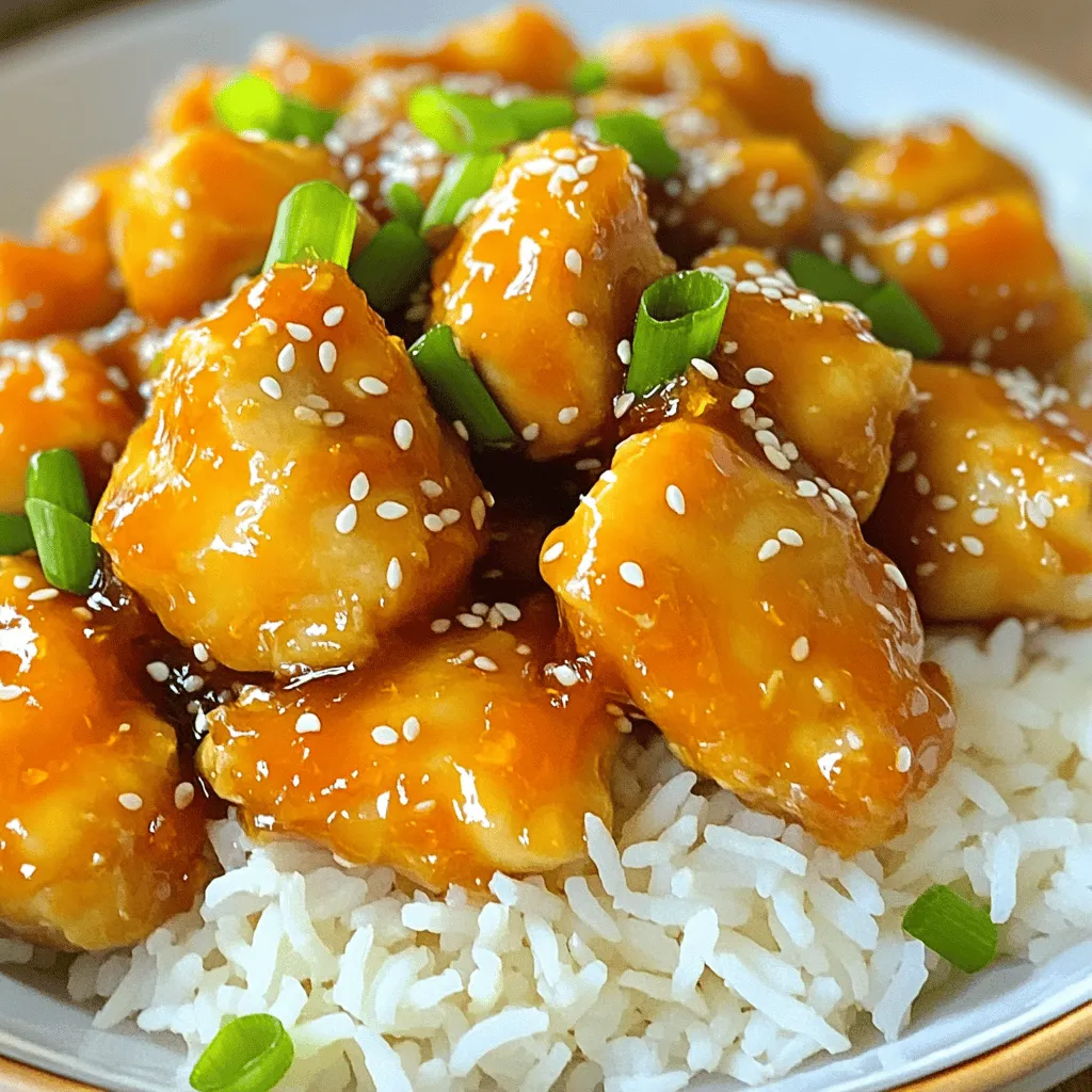 Für das Vier Zutaten Orangenhühnchen brauchst du nur vier einfache Dinge. Diese Zutaten machen das Gericht schnell und lecker. Hier sind die Zutaten: - 450 g Hähnchenschenkel ohne Haut und Knochen, in mundgerechte Stücke geschnitten - 240 ml Orangenmarmelade - 60 ml Sojasauce - 2 Esslöffel Speisestärke, gemischt mit 2 Esslöffeln kaltem Wasser (Slurry zum Andicken) Die Wahl der besten Zutaten ist wichtig. Frisches Hähnchen bringt den besten Geschmack. Achte darauf, dass die Hähnchenschenkel von guter Qualität sind. Für die Marmelade wähle eine Marke, die fruchtig und süß ist. Sojasauce sollte dunkler und reichhaltiger sein, um einen tollen Geschmack zu erzielen. Wenn du die Speisestärke kaufst, achte darauf, dass sie fein gemahlen ist. So wird die Sauce schön glatt. Wenn du keine Hähnchenschenkel hast, kannst du auch Hähnchenbrust verwenden. Diese ist magerer, aber dennoch lecker. Anstatt Orangenmarmelade kannst du auch andere Fruchtmarmeladen probieren, wie Aprikose oder Mango. Sojasauce kann durch Tamari ersetzt werden, wenn du glutenfrei kochen möchtest. Wenn du die Sauce dicker magst, füge einfach mehr Speisestärke hinzu. All diese Optionen helfen dir, dein Gericht nach deinem Geschmack anzupassen. Probiere die Full Recipe für mehr Details! Zuerst schneide ich die Hähnchenschenkel in kleine Stücke. Das macht das Kochen schneller und einfacher. Ich empfehle, Haut und Knochen zu entfernen. So wird das Hähnchen zart und saftig. Dann erhitze ich einen Spritzer Öl in einer großen Pfanne oder einem Wok. Ich stelle die Hitze auf mittel bis hoch ein. Sobald das Öl heiß ist, füge ich die Hähnchenstücke hinzu. Ich brate sie etwa fünf bis sieben Minuten lang an. Dabei rühre ich gelegentlich um, damit sie gleichmäßig garen und schön goldbraun werden. Während das Hähnchen brät, bereite ich die Orangen-Saucenmischung vor. Ich nehme eine Schüssel und füge die Orangenmarmelade und die Sojasauce hinzu. Ich rühre gut um, bis die Mischung gleichmäßig aussieht. Diese Sauce ist der Schlüssel zu viel Geschmack in diesem Gericht. Sobald das Hähnchen fertig ist, gieße ich die Orangen-Saucenmischung über die Hähnchenstücke in der Pfanne. Ich rühre gründlich um, damit das Fleisch schön bedeckt ist. Jetzt lasse ich die Sauce aufkochen. Dies gibt der Mischung einen tollen Glanz und Intensität. Während es kocht, bereite ich die Speisestärkemischung vor. Ich mische zwei Esslöffel Speisestärke mit zwei Esslöffeln kaltem Wasser. Nach ein paar Minuten füge ich die Speisestärkemischung langsam zur Sauce hinzu. Ich rühre ständig, bis die Sauce dicklich wird. Dies dauert etwa zwei bis drei Minuten. Die Sauce sollte schön glänzen und eine schöne Konsistenz haben. Sobald die Sauce die richtige Dicke erreicht, nehme ich die Pfanne vom Herd. Ich lasse sie eine Minute ruhen, damit sie leicht abkühlen kann. Jetzt ist das Orangenhühnchen bereit, serviert zu werden! Für das vollständige Rezept, schau hier: [Full Recipe]. Um das beste Orangenhühnchen zu machen, achte auf die Garzeiten. Brate die Hähnchenstücke für 5-7 Minuten. Sie sollten goldbraun und gar sein. Verwende ein Fleischthermometer, um sicherzustellen, dass das Hähnchen 75 Grad Celsius erreicht. So bleibt es saftig und zart. Du kannst den Geschmack deines Orangenhühnchens noch verbessern. Füge während des Bratens etwas Knoblauch oder Ingwer hinzu. Diese Zutaten geben einen tollen Aroma-Kick. Außerdem kannst du frische Kräuter wie Koriander oder Basilikum am Ende hinzufügen. Sie bringen Frische und Farbe ins Gericht. Ein häufiger Fehler ist, die Sauce zu lange zu kochen. Wenn die Sauce zu dick wird, wird das Hühnchen trocken. Rühre ständig, während du die Speisestärke hinzufügst. So bleibt die Sauce cremig und lecker. Ein weiterer Fehler ist, zu viel Hitze zu verwenden. Reduziere die Temperatur, wenn das Hähnchen bräunt. So verhinderst du, dass es verbrennt. Für das vollständige Rezept, schau dir die [Full Recipe] an. {{image_4}} Das Rezept für Orangenhühnchen ist sehr anpassbar. Du kannst andere Obstsorten verwenden, um neue Aromen zu entdecken. Zum Beispiel, Ananas gibt dem Gericht eine süße, tropische Note. Einfach pürierte Ananas anstelle von Orangenmarmelade verwenden. Auch Pfirsiche oder Mangos passen gut. Diese Früchte bringen ihren eigenen, leckeren Geschmack mit. Experimentiere mit verschiedenen Obstsorten und finde deine Lieblingskombination. Wenn du eine vegetarische Variante suchst, ist das kein Problem. Du kannst Tofu oder Tempeh anstelle von Hähnchen verwenden. Schneide den Tofu in Würfel und mariniere ihn mit der Sojasauce und der Marmelade. Brate ihn dann in der Pfanne goldbraun an. Diese Optionen sind nahrhaft und bieten eine tolle Textur. Sie schmecken auch gut mit der Orangen-Sauce. Du wirst das leckere Ergebnis lieben. Um dem Orangenhühnchen mehr Tiefe zu geben, füge verschiedene Gewürze hinzu. Eine Prise Ingwer sorgt für eine frische Note. Knoblauchpulver macht das Gericht würziger. Du kannst auch einen Hauch von Chili hinzufügen, wenn du es scharf magst. Experimentiere mit Gewürzen, die dir gefallen. Jeder Biss wird so zu einem neuen Geschmackserlebnis. Du kannst auch die Sojasauce durch Teriyaki-Sauce ersetzen. Das verändert den Geschmack und gibt eine süßere Note. Für die vollständige Anleitung, schau dir das [Full Recipe] an. Wenn Sie etwas Orangenhühnchen übrig haben, können Sie es gut aufbewahren. Lassen Sie das Hühnchen zuerst auf Raumtemperatur abkühlen. Danach legen Sie die Reste in einen luftdichten Behälter. Sie können das Hühnchen bis zu drei Tage im Kühlschrank aufbewahren. Für längere Lagerung frieren Sie das Hühnchen ein. Stellen Sie sicher, dass es gut verpackt ist, damit keine Luft eindringt. So bleibt der Geschmack frisch. Die Haltbarkeit des Orangenhühnchens ist wichtig. Im Kühlschrank hält es sich etwa drei Tage. Wenn Sie es im Gefrierfach haben, kann es bis zu drei Monate halten. Reste lassen sich leicht verwenden. Sie können das Hühnchen auf einem Salat verwenden oder in einem Wrap verpacken. Auch in einem Nudelgericht macht es sich gut. Wenn Sie das Hühnchen wieder einfrieren möchten, beachten Sie einige Tipps. Zuerst, frieren Sie nur frisches Hühnchen ein. Wenn es einmal aufgetaut ist, sollte es nicht erneut eingefroren werden. Nutzen Sie kleine Portionen, um nur das aufzutauen, was Sie brauchen. Das macht das Essen einfacher und frischer. Wenn Sie es wieder aufwärmen, erhitzen Sie es gut, bis es heiß ist. So genießen Sie den vollen Geschmack. Für das vollständige Rezept schauen Sie sich [Full Recipe] an. Die Zubereitung des Orangenhühnchens dauert nur 20 Minuten. Davon sind 10 Minuten für die Vorbereitung und 10 Minuten für das Kochen. Diese schnelle Zeit macht es perfekt für ein schnelles Abendessen. Du kannst es auch an einem stressigen Tag schnell zubereiten. Ja, du kannst die Zutaten anpassen. Wenn du kein Hähnchen magst, probiere Tofu oder Gemüse. Auch die Sojasauce kann durch Tamari ersetzt werden, um es glutenfrei zu machen. Die Orangenmarmelade kann durch andere Marmeladen wie Aprikose ersetzt werden. Sei kreativ und finde deinen eigenen Geschmack! Ja, dieses Rezept ist kinderfreundlich! Die süße Orangenmarmelade macht das Gericht lecker für Kinder. Es ist einfach zu essen und hat keine scharfen Gewürze. Du kannst die Sojasauce etwas reduzieren, um den Salzgehalt zu verringern. So wird es noch gesünder und leckerer für die ganze Familie. Für das vollständige Rezept schau dir die [Full Recipe] an. Das Rezept für Orangenhühnchen bietet eine einfache Anleitung zum Kochen. Wir haben Zutaten besprochen, wie man die besten auswählt und welche Alternativen es gibt. Die Schritt-für-Schritt-Anleitung macht die Zubereitung leicht. Tipps helfen Ihnen, Fehler zu vermeiden und den Geschmack zu verbessern. Variationen zeigen kreative Wege, das Rezept zu ändern. Schließlich haben wir besprochen, wie man Reste lagert. Mit diesem Wissen können Sie ein köstliches Gericht zubereiten und Ihre Familie begeistern. Experimentieren Sie und genießen Sie die neuen Aromen!