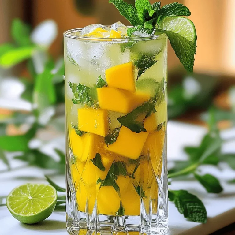 Um einen Chilly Mango Mojito zuzubereiten, brauchst du einige frische Zutaten. Hier sind die Hauptzutaten: - 1 reife Mango, geschält und gewürfelt - 10 frische Minzblätter - 2 Esslöffel Limettensaft (frisch gepresst) - 1 Esslöffel Agavendicksaft (oder Honig) - 1 Tasse Sprudelwasser - Eiswürfel - Limettenscheiben und Minzestängel zur Garnitur Diese Zutaten ergeben ein erfrischendes und fruchtiges Getränk, perfekt für heiße Tage. Die Mango bringt Süße, während die Minze für Frische sorgt. Wenn du eine andere Süße bevorzugst, gibt es Alternativen. Du kannst Honig verwenden, um eine blumige Note zu erzielen. Auch Kokosblütenzucker ist eine gute Wahl. Er hat einen leicht karamellisierten Geschmack. Ein weiterer Tipp ist Stevia, wenn du Kalorien sparen willst. Achte darauf, die Menge anzupassen, da diese Süßstoffe unterschiedlich süß sind. Garnierungen machen deinen Drink besonders. Verwende Limettenscheiben, um Farbe und Frische hinzuzufügen. Minzestängel sind nicht nur schön, sie bringen auch mehr Aroma. Du kannst auch essbare Blüten verwenden, um einen festlichen Look zu kreieren. Eine schöne Garnierung macht den Chilly Mango Mojito einladender und sorgt für einen Wow-Effekt! Für das vollständige Rezept kannst du die [Full Recipe] ansehen. Zuerst benötigst du frische und reife Zutaten. Du brauchst: - 1 reife Mango, geschält und gewürfelt - 10 frische Minzblätter - 2 Esslöffel Limettensaft (frisch gepresst) - 1 Esslöffel Agavendicksaft (oder Honig) - 1 Tasse Sprudelwasser - Eiswürfel - Limettenscheiben und Minzestängel zur Garnitur Schneide die Mango in kleine Stücke. So lässt sich die Frucht leichter vermischen. Die Minzblätter solltest du vorsichtig abspülen, um Schmutz zu entfernen. Frische Minze bringt den besten Geschmack. Muddling ist der Schlüssel für einen tollen Mojito. Nimm die gewürfelte Mango und die Minzblätter und gib sie in einen Cocktailshaker oder ein großes Glas. Verwende einen Muddler oder den Rücken eines Löffels. Drücke sanft auf die Mango und Minze. So entlockst du ihnen die Säfte und Aromen. Muddle nicht zu stark, sonst zerreißt die Minze zu viel. Jetzt wird's spannend! Gib den frisch gepressten Limettensaft und den Agavendicksaft in den Shaker. Muddle alles erneut, um die Aromen gut zu vermischen. Fülle ein großes Glas mit Eiswürfeln. Gieße die muddled Mischung über das Eis. Füge das Sprudelwasser hinzu. Rühre vorsichtig um. Probiere dein Getränk und passe die Süße nach Geschmack an. Garniere deinen Chilly Mango Mojito mit einer Limettenscheibe und frischen Minzestängeln. So sieht dein Mojito nicht nur gut aus, er schmeckt auch frisch und lecker. Wählen Sie eine reife Mango für den besten Geschmack. Sie sollte weich sein, aber nicht matschig. Achten Sie auf eine schöne gelbe Farbe. Geruch spielt auch eine Rolle. Wenn die Mango süß riecht, ist sie reif. Ein guter Trick ist, die Mango leicht zu drücken. Wenn sie nachgibt, ist sie bereit für Ihr Getränk. Die Süße ist wichtig für den Chilly Mango Mojito. Starten Sie mit einem Esslöffel Agavendicksaft. Probieren Sie das Getränk und passen Sie die Süße an. Wenn Sie es süßer mögen, fügen Sie mehr hinzu. Sie können auch Honig nutzen, wenn Sie möchten. Denken Sie daran, dass die Mango auch etwas Süße bringt. Minze bringt Frische in Ihren Mojito. Verwenden Sie frische Minzblätter für den besten Geschmack. Drücken Sie die Blätter leicht, um die Aromen freizusetzen. Fügen Sie die Minze früh hinzu, damit sie gut durchziehen kann. Sie können auch mehr Minze verwenden, wenn Sie den Geschmack verstärken möchten. {{image_4}} Du kannst deinen Chilly Mango Mojito leicht variieren. Füge andere Früchte hinzu, um neue Geschmäcker zu entdecken. Ananas oder Erdbeeren passen gut. Diese Früchte bringen Frische und Süße. Du solltest die gleiche Menge wie die Mango verwenden. Muddle sie wie die Mango, um ihre Säfte freizusetzen. Das gibt deinem Cocktail einen neuen Twist und macht ihn spannend. Wenn du einen alkoholfreien Mojito machen willst, ist das ganz einfach. Lass einfach den Alkohol weg und benutze mehr Sprudelwasser. Du kannst auch fruchtige Säfte wie Ananassaft oder Limettensaft hinzufügen. Das macht den Drink fruchtig und spritzig. Diese Variante ist perfekt für Kinder oder wenn du auf Alkohol verzichten möchtest. Der Geschmack bleibt frisch und lecker. Minze ist klassisch, aber du kannst auch andere Kräuter ausprobieren. Basilikum oder Zitronenmelisse geben deinem Mojito einen neuen Geschmack. Diese Kräuter passen gut zur Mango und bringen frische Aromen. Zerkleinere sie wie die Minze, um die besten Aromen herauszuholen. Experimentiere mit verschiedenen Kräutern, um deinen eigenen Stil zu finden. Es gibt viele Möglichkeiten, kreativ zu sein! Probiere die Variationen aus der [Full Recipe], um deinen perfekten Chilly Mango Mojito zu finden! Um übrig gebliebene Zutaten frisch zu halten, lagere die Mango in einem luftdichten Behälter. Lege sie in den Kühlschrank. Minzblätter sollten ebenfalls in einem feuchten Küchentuch gewickelt und im Kühlschrank aufbewahrt werden. Limettensaft kannst du in einem kleinen Glas mit Deckel aufbewahren. So bleibt der Geschmack länger erhalten. Wenn du für eine Party planst, bereite die Zutaten im Voraus vor. Schneide die Mango und bewahre sie in einem Behälter auf. Die Minzblätter kannst du ebenfalls schon waschen und vorbereiten. Mische die trockenen Zutaten vor und stelle sie in den Kühlschrank. So sparst du Zeit, wenn deine Gäste kommen. Um die Frische deines Chilly Mango Mojito zu bewahren, serviere ihn sofort nach der Zubereitung. Wenn du Reste hast, trinke sie innerhalb von ein bis zwei Tagen. Achte darauf, das Sprudelwasser erst kurz vor dem Servieren hinzuzufügen. So bleibt der Drink spritzig. Wenn du die Garnituren wie Limettenscheiben und Minze frisch halten willst, füge sie erst kurz vor dem Servieren hinzu. Für die vollständige Anleitung zum Chilly Mango Mojito, schau dir das [Full Recipe] an. Um den Chilly Mango Mojito perfekt zu machen, wähle eine reife Mango. Sie sollte süß und saftig sein. Verwende frische Minzblätter, um das Aroma zu verstärken. Zerkleinere die Minze vorsichtig, damit sie nicht bitter wird. Der Limettensaft bringt Frische. Achte darauf, ihn frisch zu pressen. Mische alles gut, damit sich die Aromen verbinden. Füge dann Sprudelwasser hinzu, um das Getränk spritzig zu machen. Eiswürfel sind wichtig, um es kühl zu halten. Du kannst die Süße nach deinem Geschmack anpassen. Ja, das Rezept lässt sich leicht anpassen. Wenn du mehr Personen bedienen möchtest, verdopple einfach die Zutaten. Für eine Gruppe von vier Personen benötigst du zwei Mangos, zwanzig Minzblätter und mehr Limettensaft. Bereite die Mischung in einem großen Krug vor. So kannst du es einfacher servieren. Achte darauf, genügend Eis und Sprudelwasser bereitzustellen. Das macht es einfach, jedem ein Glas zu füllen. Traditionell wird ein Mojito mit weißem Rum gemacht. Er bringt einen guten Geschmack. Du kannst auch Gin verwenden, um eine frische Note zu erzielen. Wodka ist eine weitere Option, wenn du einen milderen Geschmack magst. Probiere auch Tequila für einen interessanten Twist. Jede Spirituose hat ihren eigenen Charakter. Experimentiere mit verschiedenen Sorten, um deinen perfekten Chilly Mango Mojito zu finden. Der Chilly Mango Mojito ist ein erfrischendes Getränk, das viele Geschmäcker vereint. Wir haben die Hauptzutaten, mögliche Süßungsmittel und schöne Garnierungen besprochen. Die Schritt-für-Schritt-Anleitung macht die Zubereitung einfach. Tipps zur Mango, Süße und Minze helfen dir, das Beste herauszuholen. Variationen bringen Abwechslung, während die Lagerungshinweise sicherstellen, dass alles frisch bleibt. Insgesamt ist der Mojito leicht anpassbar und ideal für jede Veranstaltung. Genieße dein Getränk und zeige deinen Freunden, wie einfach es ist!