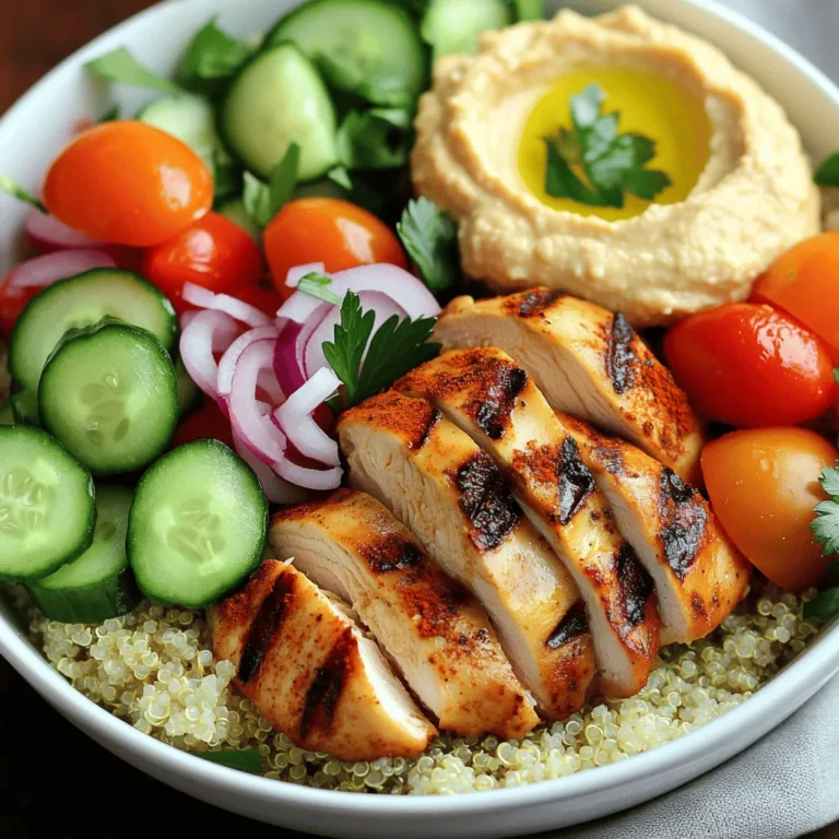 Für die Chicken Shawarma Bowls brauchen wir frische und leckere Zutaten. Hier sind die Hauptzutaten: - 450 g Hähnchenschenkel, ohne Knochen und Haut - 3 Esslöffel Olivenöl - 2 Esslöffel Naturjoghurt - 1 große Gurke, gewürfelt - 1 Tasse Cherrytomaten, halbiert - 1 mittlere rote Zwiebel, fein geschnitten - 1 Tasse gekochter Quinoa oder Couscous - ½ Tasse Hummus - Frische Petersilie, gehackt (zum Garnieren) - Zitronenspalten (zum Servieren) Die Marinade macht das Hähnchen besonders würzig. Hier sind die Gewürze, die du benötigst: - 2 Teelöffel gemahlener Kreuzkümmel - 2 Teelöffel gemahlener Koriander - 1 Teelöffel Paprikapulver - 1 Teelöffel gemahlener Kurkuma - 1 Teelöffel Knoblauchpulver - 1 Teelöffel Zwiebelpulver - Salz und Pfeffer nach Geschmack Frische Zutaten machen das Gericht bunt und gesund. Du kannst die Bowls nach deinem Geschmack anpassen. Füge einfach noch etwas hinzu: - Avocado für eine cremige Textur - Feta-Käse für zusätzlichen Geschmack - Oliven für einen salzigen Kick - Rucola oder Spinat für mehr Grün Mit diesen Zutaten bereitest du schnell und einfach köstliche Chicken Shawarma Bowls zu. Du wirst sehen, wie viel Spaß es macht, die Bowls zusammenzustellen! Wenn du das gesamte Rezept suchst, schau dir den Full Recipe an. Um die Marinade zu machen, nimm eine große Schüssel. Mische das Olivenöl, den Naturjoghurt, den gemahlenen Kreuzkümmel, den Koriander, das Paprikapulver, den Kurkuma, das Knoblauchpulver, das Zwiebelpulver sowie Salz und Pfeffer. Rühre alles gut um. Diese Mischung gibt dem Hähnchen viel Geschmack. Nimm die Hähnchenschenkel und lege sie in die Marinade. Achte darauf, dass sie gut umhüllt sind. Decke die Schüssel ab. Lasse das Hähnchen mindestens eine Stunde im Kühlschrank ruhen. Wenn du Zeit hast, lasse es über Nacht marinieren. So wird der Geschmack noch besser. Heize den Grill oder eine Pfanne bei mittelhoher Hitze vor. Nimm die marinierten Hähnchenschenkel aus dem Kühlschrank. Lege sie auf den Grill. Grill das Hähnchen etwa 6-7 Minuten auf jeder Seite. Die Innentemperatur sollte 75 °C erreichen. So ist das Hähnchen sicher und lecker. Sobald das Hähnchen fertig ist, nimm es vom Grill. Lass es ein paar Minuten ruhen. Schneide es dann in Streifen. Für die Bowls nimm eine Basis aus gekochtem Quinoa oder Couscous. Lege die Hähnchenstreifen darauf. Füge gewürfelte Gurke, halbierte Cherrytomaten und die rote Zwiebel hinzu. Setze einen großen Löffel Hummus daneben. Garniere die Bowls mit gehackter Petersilie. Serviere sie mit Zitronenspalten für einen frischen Geschmack. Für das vollständige Rezept kannst du [Full Recipe] anschauen. Die Marinierzeit macht einen großen Unterschied. Ich empfehle, das Hähnchen mindestens eine Stunde zu marinieren. Noch besser ist es, wenn du es über Nacht im Kühlschrank lässt. So ziehen die Gewürze tief ins Fleisch ein. Der Geschmack wird intensiver und das Hähnchen bleibt saftig. Du kannst auch die Marinade variieren, um neue Aromen zu entdecken. Das Grillen ist entscheidend für die perfekte Textur. Heize deinen Grill oder deine Pfanne gut vor. Lege die marinierten Hähnchenschenkel vorsichtig auf den Grill. Grill sie etwa 6-7 Minuten pro Seite. Achte darauf, dass die Innentemperatur 75 °C erreicht. Das sorgt dafür, dass das Hähnchen durchgegart ist. Lass das Hähnchen nach dem Grillen kurz ruhen, bevor du es in Streifen schneidest. Um deine Chicken Shawarma Bowls zu vervollständigen, wähle frische Beilagen. Gurken, Cherrytomaten und rote Zwiebeln passen hervorragend. Quinoa oder Couscous als Basis sind toll. Du kannst auch Fladenbrot dazu servieren. Hummus ist eine leckere Ergänzung, die das Gericht abrundet. Vergiss nicht, mit frischer Petersilie zu garnieren! Das bringt Farbe und Geschmack. {{image_4}} Für eine vegetarische oder vegane Variante kannst du die Hähnchenschenkel durch Kichererbsen ersetzen. Kichererbsen sind proteinreich und lecker. Du kannst sie mit der gleichen Marinade wie das Hähnchen würzen. Einfach die Kichererbsen 30 Minuten backen, bis sie knusprig sind. Eine andere Möglichkeit ist die Verwendung von Tofu. Mariniere den Tofu und grille ihn für einen herzhaften Geschmack. Du kannst auch andere Proteine nutzen. Lammfleisch ist eine tolle Wahl, wenn du etwas Neues ausprobieren möchtest. Es hat einen reichen Geschmack, der gut zu den Gewürzen passt. Für eine schnellere Option kannst du auch vorgegartes Hühnchen verwenden. Das spart Zeit und macht das Gericht noch einfacher. Die Beilagen und Toppings sind vielseitig. Anstatt Quinoa oder Couscous kannst du auch Reis verwenden. Es ist eine gute Basis für die Bowls. Für Toppings sind Avocados, Oliven oder Feta-Käse großartig. Sie fügen Geschmack und Textur hinzu. Vergiss nicht, frische Kräuter wie Minze oder Dill zu verwenden. Sie bringen Frische und Farbe in deine Bowls. Wenn du Chicken Shawarma Bowls zubereitest, bleiben oft Reste übrig. Du kannst sie in einem luftdichten Behälter im Kühlschrank aufbewahren. So bleiben die Aromen frisch. Die Reste sind zwei bis drei Tage haltbar. Wenn du sie länger aufbewahren möchtest, solltest du sie einfrieren. Um die Bowls einzufrieren, lass das Hähnchen vollständig abkühlen. Teile die Bowls in Portionen auf. Verwende gefriergeeignete Behälter oder Beutel. Achte darauf, die Luft herauszudrücken, bevor du sie schließt. So bleibt die Qualität erhalten. Du kannst die gefrorenen Bowls bis zu drei Monate aufbewahren. Um die Bowls wieder aufzuwärmen, nimm sie aus dem Gefrierfach und lass sie im Kühlschrank auftauen. Du kannst sie in der Mikrowelle oder auf dem Herd erhitzen. Achte darauf, das Hähnchen gut durchzuerhitzen. Die Innentemperatur sollte mindestens 75 °C erreichen. So schmecken sie fast wie frisch zubereitet! Du solltest das Hähnchen mindestens eine Stunde marinieren. Wenn du Zeit hast, lasse es über Nacht im Kühlschrank. So zieht der Geschmack wirklich ein. Je länger die Marinade, desto besser das Aroma. Viele Beilagen passen gut dazu. Hier sind einige Ideen: - Fladenbrot - Reis oder Couscous - Ein einfacher grüner Salat - Gegrilltes Gemüse Diese Beilagen ergänzen die Bowls perfekt und machen das Essen noch nahrhafter. Ja, du kannst das Rezept leicht anpassen. Möchtest du weniger Gewürze? Reduziere sie einfach. Oder füge mehr Gemüse hinzu, wenn du magst. Du kannst auch das Protein ändern, zum Beispiel mit Tofu oder Lamm. Du kannst Chicken Shawarma Bowls in vielen Restaurants finden. Sie sind oft in arabischen oder mediterranen Restaurants. Auch einige Fast-Food-Ketten bieten sie an. Wenn du lieber zu Hause isst, probiere das [Full Recipe]. Es gibt viele gesunde Alternativen zu Hummus: - Guacamole - Joghurt-Dips - Baba Ganoush (Auberginen-Dip) - Tahini-Dip Diese Optionen sind lecker und passen gut zu den Bowls. Sie bieten auch unterschiedliche Geschmäcker und Nährstoffe. Chicken Shawarma Bowls sind einfach zuzubereiten und sehr lecker. Wir haben die Zutaten, Schritte und Tipps durchgesehen. Die Marinade und die Grillzeit sind wichtig für tollen Geschmack. Denken Sie an Variationen für jeden Geschmack. Reste lassen sich gut lagern und aufwärmen. So genießen Sie immer frische Bowls. Experimentieren Sie mit Beilagen und Toppings! Es gibt viele Möglichkeiten, Ihr Gericht anzupassen. Jetzt sind Sie bereit, leckere Shawarma Bowls zu machen. Viel Spaß beim Kochen!