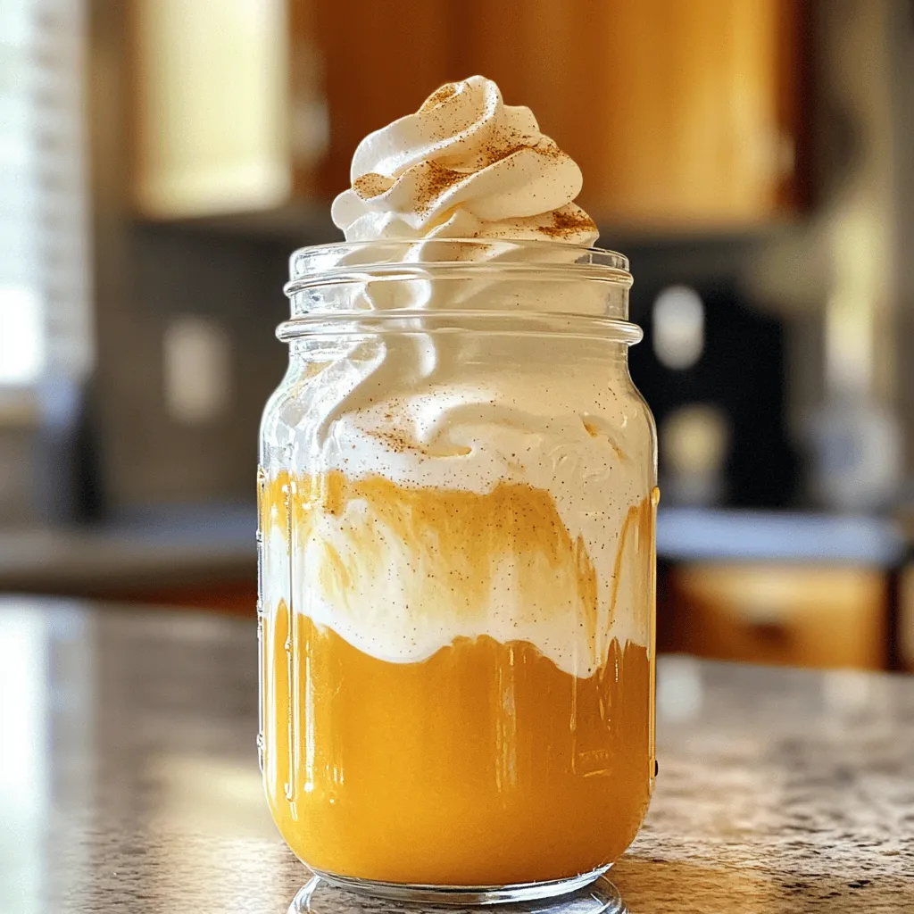 Für deine Kürbisgewürz-Kaffeesahne brauchst du einige einfache Zutaten. Hier ist die Liste: - 1 Tasse Schlagsahne (oder Kokosnusscreme für eine milchfreie Option) - 1 Tasse Milch (oder Mandelmilch für eine nicht-milchige Alternative) - 1/2 Tasse reines Kürbispüree - 1/4 Tasse Ahornsirup oder Honig - 1 Teelöffel Vanilleextrakt - 1 Teelöffel Kürbiskuchengewürz (oder eine Mischung aus Zimt, Muskatnuss und Ingwer) - Eine Prise Salz Jede dieser Zutaten trägt zu einem reichen und vollen Geschmack bei. Die Schlagsahne macht die Mischung cremig. Das Kürbispüree gibt den tollen Herbstgeschmack. Der Ahornsirup oder Honig süßt die Mischung auf natürliche Weise. Wenn du keine bestimmten Zutaten hast, gibt es viele Alternativen. Zum Beispiel kannst du die Schlagsahne durch Kokosnusscreme ersetzen. Das gibt deiner Kaffeesahne einen tollen, tropischen Geschmack. Auch die Milch ist flexibel. Mandelmilch oder Hafermilch funktionieren gut. Wenn du keinen Ahornsirup hast, nimm einfach Honig oder einen anderen Süßstoff. Das Wichtigste ist, den süßen Geschmack zu erhalten. Bei den Gewürzen kannst du kreativ sein. Eine Mischung aus Zimt, Muskatnuss und Ingwer gibt einen ähnlichen Geschmack wie Kürbiskuchengewürz. Bei der Wahl zwischen frischen und konservierten Zutaten gibt es einige Dinge zu beachten. Frisches Kürbispüree hat einen intensiveren Geschmack. Es kann auch bessere Nährstoffe bieten. Aber das Konservierte ist oft praktischer. Es hat eine lange Haltbarkeit und du kannst es jederzeit verwenden. Wenn du frische Zutaten verwendest, achte darauf, sie gut zu kochen und pürieren. Das macht die Konsistenz schön glatt. Bei der Verwendung von Konservendosen solltest du sicherstellen, dass sie ohne Zuckerzusatz sind. So bleibt die Kaffeesahne gesund und lecker. Du kannst das Rezept für die Kürbisgewürz-Kaffeesahne ganz einfach anpassen. Probiere verschiedene Zutaten aus, um die perfekte Mischung für dich zu finden. Um die Basis für die Kaffeesahne zu machen, benötigen wir nur wenige Schritte. Gießen Sie zuerst 1 Tasse Schlagsahne und 1 Tasse Milch in einen mittelgroßen Kochtopf. Erhitzen Sie die Mischung bei mittlerer Hitze. Rühren Sie gelegentlich, bis sie warm ist, aber lassen Sie sie nicht kochen. Jetzt wird es spannend! Fügen Sie 1/2 Tasse reines Kürbispüree hinzu. Dann kommen 1/4 Tasse Ahornsirup oder Honig dazu. Diese Süße macht den Unterschied. Geben Sie auch 1 Teelöffel Vanilleextrakt und 1 Teelöffel Kürbiskuchengewürz hinzu. Eine Prise Salz rundet den Geschmack ab. Rühren Sie alles mit einem Schneebesen gut um, bis es gut vermischt ist. Lassen Sie die Mischung dann etwa 5 Minuten köcheln. Rühren Sie häufig um, bis sie leicht angedickt ist. Nachdem die Kaffeesahne etwas abgekühlt ist, gießen Sie sie in ein sauberes Einmachglas. Bewahren Sie die Kürbis-Kaffeesahne im Kühlschrank auf. Sie bleibt bis zu einer Woche frisch. Vor der Verwendung schütteln Sie das Glas gut, da sich die Zutaten absetzen können. So bleibt Ihr Kaffee immer lecker und cremig! Um die perfekte Konsistenz für Ihre Kürbis-Kaffeesahne zu erreichen, achten Sie darauf, die Mischung langsam zu erhitzen. Wenn Sie die Schlagsahne und die Milch gut verrühren, entsteht eine gleichmäßige Basis. Die Mischung sollte warm, aber nicht kochen. Wenn Sie die Kaffeesahne länger köcheln lassen, wird sie dicker. Klumpen können entstehen, wenn das Kürbispüree schnell hinzugefügt wird. Um dies zu vermeiden, fügen Sie es nach dem Erhitzen der Milch und Sahne hinzu. Rühren Sie das Püree gründlich mit einem Schneebesen ein. Wenn Sie kleine Klumpen bemerken, können Sie die Mischung einfach durch ein feines Sieb gießen. Um die Kürbis-Kaffeesahne optimal zu nutzen, schütteln Sie das Glas vor jeder Verwendung gut durch. Diese Mischung passt hervorragend zu jeder Art von Kaffee. Versuchen Sie, einen Klecks Schlagsahne oder eine Prise Zimt darüber zu geben. So verleihen Sie Ihrem Getränk nicht nur einen festlichen Look, sondern auch zusätzlichen Geschmack. Für das vollständige Rezept schauen Sie bitte hier: [Full Recipe]. {{image_4}} Einen neuen Geschmack für die Kürbis-Kaffeesahne zu finden, macht Spaß. Schokolade ist ein toller Zusatz. Fügen Sie einfach 1-2 Esslöffel Kakaopulver hinzu, wenn Sie die Mischung auf dem Herd erhitzen. Vanille bringt eine süße Note. Verwenden Sie mehr Vanilleextrakt, um den Geschmack zu verstärken. Experimentieren Sie mit anderen Aromen wie Karamell oder Haselnuss. Seien Sie kreativ und finden Sie Ihren Favoriten! Für vegane Optionen ersetzen Sie die Schlagsahne durch Kokosnusscreme. Verwenden Sie auch Mandelmilch oder Hafermilch statt normaler Milch. Dies macht die Mischung milchfrei und lecker. Um glutenfrei zu bleiben, stellen Sie sicher, dass alle Zutaten, wie Gewürze, glutenfrei sind. Diese Anpassungen sorgen dafür, dass jeder die Kürbis-Kaffeesahne genießen kann. Es gibt viele Milchalternativen, die Sie verwenden können. Mandelmilch ist leicht und hat einen milden Geschmack. Sie passt gut zu Kürbis. Hafermilch ist cremiger und hat einen süßen Geschmack. Kokosmilch bringt einen tropischen Flair. Jedes dieser Produkte hat seine Vorzüge. Sie können die Milchalternative auswählen, die Ihnen am besten gefällt. So wird Ihre Kürbis-Kaffeesahne noch besser! Um die Kürbis-Kaffeesahne frisch zu halten, bewahre sie in einem sauberen Einmachglas auf. Achte darauf, dass der Behälter luftdicht ist. Dadurch bleibt die Sahne länger frisch. Stelle das Glas in den Kühlschrank. So bleibt der Geschmack erhalten. Die selbstgemachte Kürbis-Kaffeesahne hält sich bis zu einer Woche im Kühlschrank. Achte darauf, dass du sie vor der Verwendung gut schüttelst. So vermischst du die Zutaten wieder. Wenn die Sahne einen seltsamen Geruch hat oder sich die Farbe ändert, solltest du sie nicht mehr verwenden. Sicherheit geht vor! Du kannst die Kürbis-Kaffeesahne auch in anderen Rezepten verwenden. Sie passt gut in Pancakes oder Waffeln. Du kannst damit auch einen leckeren Milchshake machen. Füge sie zu deinem Haferbrei für einen besonderen Kick hinzu. Die Möglichkeiten sind endlos! Die selbstgemachte Kürbis-Kaffeesahne hält sich bis zu einer Woche im Kühlschrank. Um die Frische zu bewahren, bewahre sie in einem luftdichten Behälter auf. Schüttle die Mischung vor der Verwendung gut. So vermischt sich alles wieder. Ja, du kannst die Kaffeesahne einfrieren. Fülle sie in ein gefriergeeignetes Behältnis. Lass etwas Platz für die Ausdehnung beim Gefrieren. Du kannst sie bis zu drei Monate lagern. Um sie zu verwenden, taue sie im Kühlschrank auf. Schüttle sie gut, bevor du sie in deinen Kaffee gibst. Ja, DIY Kürbis-Kaffeesahne ist oft gesünder als gekaufte Varianten. Du kannst die Zutaten selbst wählen. So vermeidest du künstliche Stoffe und Zucker. Du hast die Kontrolle über die Süße und die Qualität der Zutaten. Außerdem ist es frisch und lecker. Das macht den Unterschied! Die Kürbisgewürz-Kaffeesahne ist einfach zuzubereiten und bringt tollen Geschmack. Wir haben die Hauptzutaten, Alternativen und frische Optionen besprochen. Die Schritt-für-Schritt-Anleitung hilft dir, die Kaffeesahne perfekt hinzubekommen. Tipps zeigen dir, wie du die Konsistenz erreichst und Klumpen vermeidest. Außerdem sind Variationen möglich, um deine Vorlieben zu berücksichtigen. Denke daran, die Kaffeesahne richtig zu lagern und haltbar zu machen. Mit diesen Informationen kannst du leckere Kaffeesahne genießen und kreativ kochen. Mach dich bereit, neue Geschmäcker zu entdecken!