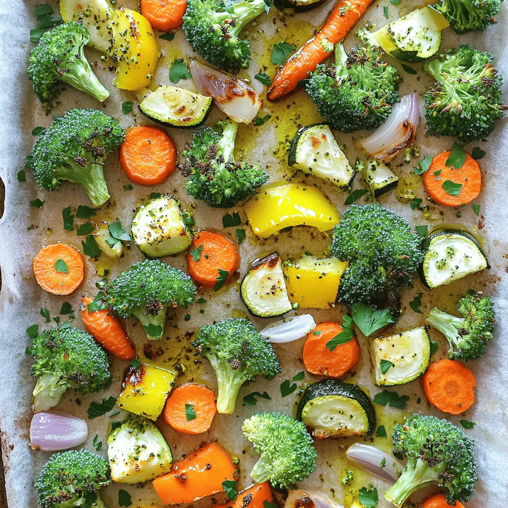 Für das Knoblauch Kräuter Röstgemüse brauchen Sie: - 2 Tassen Brokkoliröschen - 2 Tassen Babykarotten, halbiert - 1 Paprika, gewürfelt (jede Farbe) - 1 Zucchini, gewürfelt - 1 rote Zwiebel, in Spalten geschnitten - 4 Knoblauchzehen, fein gehackt - 3 Esslöffel Olivenöl - 1 Teelöffel getrockneter Oregano - 1 Teelöffel getrockneter Thymian - 1 Teelöffel geräuchertes Paprikapulver - Salz und schwarzer Pfeffer nach Geschmack - Frische Petersilie, gehackt (zum Garnieren) Ich bevorzuge frische Kräuter, da sie mehr Geschmack bieten. Sie bringen die Aromen gut zur Geltung. Wenn frische Kräuter nicht verfügbar sind, sind getrocknete Kräuter auch eine gute Wahl. Sie sind praktisch und lange haltbar. Achten Sie darauf, die Menge etwas zu reduzieren. Getrocknete Kräuter sind konzentrierter. Ein Teelöffel getrockneter Oregano entspricht etwa einem Esslöffel frischem Oregano. Wählen Sie frisches Gemüse aus. Achten Sie auf die Farben und die Textur. Das Gemüse sollte fest sein und keine braunen Flecken haben. Brokkoli sollte leuchtend grün sein, während die Paprika knackig und glänzend sein sollte. Babykarotten sind süß und zart. Für die Zucchini suchen Sie nach kleinen, festen Exemplaren. Mixen Sie verschiedene Farben für ein schöneres Gericht. So werden die Röstgemüse nicht nur lecker, sondern auch ansprechend. Zuerst heizen wir den Ofen auf 220°F (425°C) vor. Das sorgt dafür, dass unser Gemüse gleichmäßig gart. Während der Ofen aufheizt, bereiten wir ein großes Backblech vor. Lege es mit Backpapier aus. So wird das Aufräumen nach dem Kochen einfacher. Jetzt kommt der spannende Teil! Nimm eine große Rührschüssel. Gib die Brokkoliröschen, die halbierten Babykarotten, die gewürfelte Paprika, die gewürfelte Zucchini und die in Spalten geschnittene rote Zwiebel hinein. In einer separaten Schüssel vermischst du das Olivenöl, den fein gehackten Knoblauch, den Oregano, den Thymian, das geräucherte Paprikapulver, Salz und schwarzen Pfeffer. Rühre alles gut um, bis die Mischung gleichmäßig aussieht. Gieße die Gewürzmischung über das Gemüse. Vermenge alles gründlich, damit jedes Stück Gemüse gut bedeckt ist. Verteile das Gemüse gleichmäßig auf dem Backblech. So kann die Hitze gut zirkulieren. Röste das Gemüse im vorgeheizten Ofen für 20-25 Minuten. Rühre das Gemüse nach der Hälfte der Zeit um. Das hilft, dass alles gleichmäßig gart und leicht karamellisiert. Sobald das Gemüse schön goldbraun ist, nimm das Blech aus dem Ofen. Lass das Gemüse für ein paar Minuten abkühlen. Übertrage dann das geröstete Gemüse auf eine Servierplatte und bestreue es mit frischer Petersilie. Für das vollständige Rezept, schau dir den Abschnitt "Full Recipe" an. Ein häufiger Fehler ist, das Gemüse zu dicht auf das Blech zu legen. Das Gemüse braucht Platz, um gleichmäßig zu rösten. Wenn es zu eng steht, dampft es statt zu rösten. Achte darauf, die Stücke gleichmäßig zu verteilen. Ein weiterer Fehler ist, das Gemüse nicht ausreichend zu würzen. Du kannst nicht genug Knoblauch und Kräuter verwenden. Das gibt dem Gericht den vollen Geschmack. Um das Gemüse knusprig zu bekommen, ist die Temperatur wichtig. Heize den Ofen auf 220°C vor. Röste das Gemüse in einer einzigen Schicht. Nach der Hälfte der Backzeit solltest du es gut durchrühren. Dies hilft, die Kanten zu bräunen und die Textur zu verbessern. Das richtige Öl ist auch wichtig. Olivenöl sorgt für die perfekte Bräunung und Knusprigkeit. Du kannst das Gericht mit mehr Aromen anpassen. Füge zum Beispiel frische Kräuter wie Rosmarin oder Thymian hinzu. Sie verleihen dem Gemüse einen besonderen Geschmack. Ein Spritzer Zitronensaft kurz vor dem Servieren kann die Aromen aufhellen. Auch Feta-Käse oder geröstete Nüsse passen gut dazu. Diese Zutaten bringen mehr Tiefe und Textur ins Gericht. Für das vollständige Rezept besuche die [Full Recipe]. {{image_4}} Sie können viele Gemüsesorten verwenden. Möhren bringen Süße und Farbe. Blumenkohl hat eine tolle Textur. Auch Kürbis passt gut. Er gibt dem Gericht eine herzhafte Note. Verwenden Sie Auberginen oder grüne Bohnen für mehr Vielfalt. Denken Sie daran, die Garzeit je nach Gemüse anzupassen. Wenn Sie eine vegane Option suchen, ist das kein Problem! Lassen Sie einfach die Butter weg. Das Gericht bleibt lecker ohne tierische Produkte. Für glutenfreie Alternativen verwenden Sie frische Kräuter. Diese bringen frischen Geschmack. Auch glutenfreies Brot macht sich gut als Beilage. Experimentieren Sie mit Gewürzen! Für asiatische Aromen fügen Sie Ingwer und Sojasauce hinzu. Eine italienische Note erreichen Sie mit Basilikum und Rosmarin. Für einen mexikanischen Twist nutzen Sie Kreuzkümmel und Limettensaft. Diese Variationen machen das Röstgemüse spannend und neu. Wenn Sie neugierig sind, schauen Sie sich unser [Full Recipe] an! Wenn Sie Röstgemüse übrig haben, lassen Sie es zuerst abkühlen. Lagern Sie das Gemüse in einem luftdichten Behälter. So bleibt es frisch und lecker. Es ist wichtig, das Gemüse innerhalb von zwei Stunden nach dem Rösten zu lagern. So vermeiden Sie Bakterienwachstum. Um das Röstgemüse wieder aufzuwärmen, verwenden Sie den Ofen oder die Pfanne. Heizen Sie den Ofen auf 180°C vor. Legen Sie das Gemüse auf ein Backblech und erwärmen Sie es für etwa 10-15 Minuten. In einer Pfanne können Sie das Gemüse bei mittlerer Hitze für 5-7 Minuten anbraten. So bleibt es knusprig und schmackhaft. Im Kühlschrank hält sich das Röstgemüse bis zu 3-4 Tage. Achten Sie darauf, es gut zu verpacken. Im Tiefkühler können Sie es bis zu 3 Monate lagern. Um das Gemüse einzufrieren, teilen Sie es in Portionen auf und verwenden Sie Gefrierbeutel. So haben Sie immer eine schnelle Beilage zur Hand. Für das volle Rezept von Knoblauch Kräuter Röstgemüse schauen Sie in den Hauptteil. Das Rösten von Gemüse dauert etwa 20 bis 25 Minuten. Ich empfehle, das Gemüse nach 10 bis 12 Minuten umzurühren. So wird es gleichmäßig gar und bekommt eine schöne Farbe. Die genaue Zeit kann je nach Ofen und Gemüsesorte variieren. Achte darauf, dass das Gemüse weich und leicht karamellisiert ist. Ja, du kannst das Röstgemüse im Voraus zubereiten. Du kannst es bis zu zwei Tage im Kühlschrank aufbewahren. Röste das Gemüse einfach und lasse es abkühlen. Dann lege es in einen luftdichten Behälter. Wenn du bereit bist, es zu servieren, erhitze es im Ofen oder in der Mikrowelle. So bleibt der Geschmack frisch. Knoblauch Kräuter Röstgemüse passt zu vielen Gerichten. Ich empfehle, es mit Quinoa oder Reis zu servieren. Auch gegrilltes Fleisch oder Fisch sind tolle Begleiter. Wenn du eine vegetarische Option suchst, probiere es mit einem leckeren Hummus oder einem frischen Salat. Diese Kombinationen bringen die Aromen des Röstgemüses gut zur Geltung. Für das vollständige Rezept, schau dir bitte die [Full Recipe] an. Röstgemüse ist einfach und lecker. Wir haben die Zutaten besprochen, inklusive frische und getrocknete Kräuter. Ich gab dir Tipps, um das richtige Gemüse auszuwählen und häufige Fehler zu vermeiden. Du lernst, wie du das Gemüse perfekt knusprig machst und variieren kannst. Beachte auch die Lagerungshinweise für Reste, damit sie frisch bleiben. Röstgemüse stärkt dein Essen und ist gesund. Probiere es aus und genieße den vollen Geschmack.