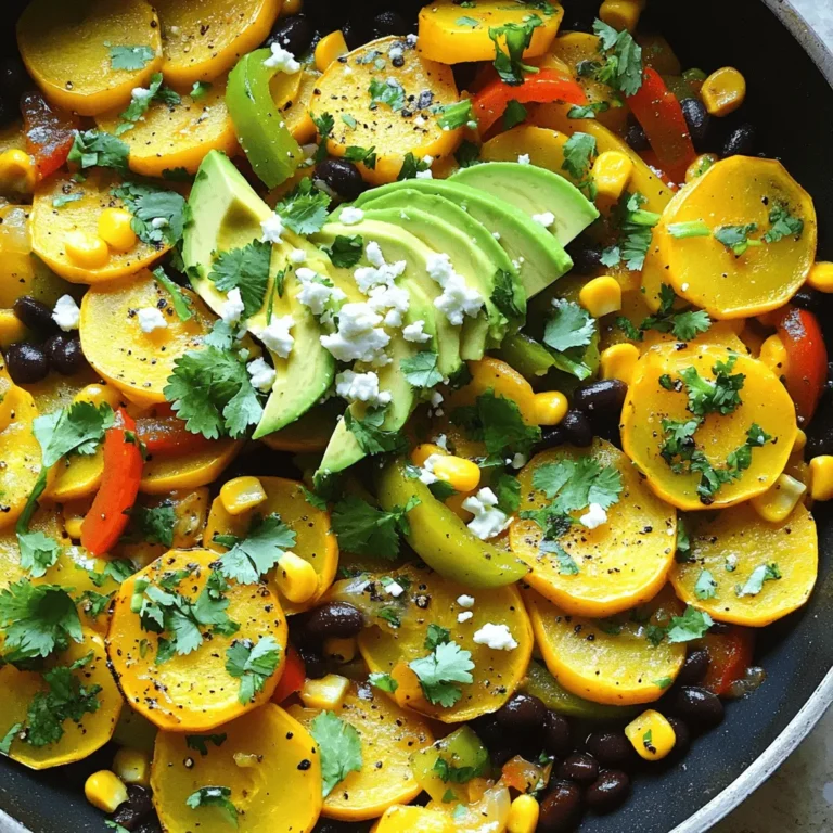 Für die Zucchini-Pfanne benötigst du einige wichtige Zutaten. Du brauchst: - 2 mittelgroße Zucchini, in Scheiben geschnitten - 1 rote Paprika, gewürfelt - 1 grüne Paprika, gewürfelt - 1 kleine rote Zwiebel, gehackt - 2 Knoblauchzehen, fein gehackt - 1 Dose (425 g) schwarze Bohnen, abgespült und abgetropft - 1 Tasse Maiskörner (frisch oder gefroren) - 2 Esslöffel Olivenöl Diese Zutaten bieten eine gute Basis für das Gericht. Zucchini bringt Frische, während Paprika und Zwiebeln den Geschmack verstärken. Die Gewürze machen das Gericht besonders. Hier sind die, die du brauchst: - 1 Teelöffel Chili-Pulver - 1 Teelöffel Kreuzkümmel - ½ Teelöffel geräuchertes Paprika - Salz und Pfeffer nach Geschmack - Saft von 1 Limette - Frische Korianderblätter, gehackt (zum Garnieren) Diese Gewürze geben der Pfanne einen tollen mexikanischen Flair. Der Limettensaft bringt Frische und Säure, die perfekt zu den anderen Aromen passt. Wenn du das Gericht noch besser machen möchtest, kannst du einige optionale Zutaten hinzufügen: - Avocadoscheiben (für die Servierung) - Zerbröckelter Feta oder geriebener Käse Diese Zutaten verleihen der Zucchini-Pfanne eine cremige Note. Avocado sorgt für einen tollen Kontrast und Feta gibt einen salzigen Kick. So kannst du die Zucchini-Pfanne nach deinem Geschmack anpassen und verfeinern. Du findest das komplette Rezept in der [Full Recipe]. Zuerst musst du alle Zutaten bereitstellen. Hier ist, was du brauchst: - 2 mittelgroße Zucchini, in Scheiben geschnitten - 1 rote Paprika, gewürfelt - 1 grüne Paprika, gewürfelt - 1 kleine rote Zwiebel, gehackt - 2 Knoblauchzehen, fein gehackt - 1 Dose (425 g) schwarze Bohnen, abgespült und abgetropft - 1 Tasse Maiskörner (frisch oder gefroren) - 1 Teelöffel Chili-Pulver - 1 Teelöffel Kreuzkümmel - ½ Teelöffel geräuchertes Paprika - Salz und Pfeffer nach Geschmack - 2 Esslöffel Olivenöl - Saft von 1 Limette - Frische Korianderblätter, gehackt (zum Garnieren) - Avocadoscheiben (für die Servierung) - Zerbröckelter Feta oder geriebener Käse (optional) Wasche das Gemüse gut und schneide alles in die richtige Form. Bereite die Bohnen und den Mais vor. Erhitze das Olivenöl in einer großen Pfanne bei mittlerer Hitze. Füge die gehackte rote Zwiebel hinzu. Brate sie 3-4 Minuten lang, bis sie weich ist. Gib dann den Knoblauch hinzu und koche ihn eine Minute, bis er gut riecht. Jetzt kommen die Zucchini und die Paprika in die Pfanne. Brate alles 5-7 Minuten. Rühre gelegentlich um, bis das Gemüse zart ist. Mische die schwarzen Bohnen und den Mais unter. Koche alles weitere 3-4 Minuten. Würze die Mischung mit Chili-Pulver, Kreuzkümmel, geräuchertem Paprika, Salz und Pfeffer. Rühre gut um und lasse es 2 Minuten ziehen. Nimm die Pfanne vom Herd. Presse frischen Limettensaft über das Gericht. Rühre erneut um, um die Aromen zu vermischen. Serviere die Zucchini-Pfanne warm. Garniere sie mit frisch gehacktem Koriander und Avocadoscheiben. Wenn du willst, streue etwas zerbröckelten Feta oder geriebenen Käse darüber. Präsentationstipp: Richte die Pfanne auf einem großen Teller an. Dekoriere sie farbenfroh mit frischen Korianderblättern und Avocadoscheiben. Eine Limettenscheibe daneben macht das Bild noch schöner. Für die vollständige Anleitung besuche die [Full Recipe]. Um die besten Aromen zu erzielen, nutze frische Zutaten. Sie geben deinem Gericht mehr Geschmack. Achte darauf, die Zwiebel und den Knoblauch gut anzubraten. Dadurch entwickeln sie ein tolles Aroma. Die Gewürze sind wichtig. Chili-Pulver und Kreuzkümmel geben der Zucchini-Pfanne eine mexikanische Note. Vergiss nicht, frischen Limettensaft hinzuzufügen. Er bringt Frische und hebt die Aromen hervor. Du kannst die Zucchini-Pfanne leicht anpassen. Wenn du es schärfer magst, füge mehr Chili-Pulver hinzu. Du kannst auch Jalapeños verwenden. Für einen anderen Geschmack, probiere verschiedene Paprika. Gelbe oder orange Paprika sorgen für mehr Farbe. Du kannst auch Protein hinzufügen, wie Hähnchen oder Tofu. So wird das Gericht sättigender und nahrhafter. Ein scharfes Messer ist ein Muss. Damit schneidest du die Zutaten schnell und einfach. Eine große Pfanne hilft dir, alles gut zu braten. Ein Holzlöffel eignet sich perfekt zum Rühren. Wenn du eine Zitruspresse hast, benutze sie für den Limettensaft. So bekommst du mehr Saft ohne Mühe. Diese Werkzeuge machen die Zubereitung der Zucchini-Pfanne viel leichter und schneller. Wenn du mehr Tipps möchtest, schau dir das Full Recipe an. {{image_4}} Für eine vegetarische oder vegane Version der Zucchini-Pfanne kannst du die Feta-Käse-Option ganz weglassen. Stattdessen kannst du auch Cashew-Creme oder Avocado verwenden, um eine cremige Textur zu erreichen. Diese Optionen bieten einen tollen Geschmack und viele Nährstoffe. Du kannst auch Tofu oder Tempeh hinzufügen, um mehr Protein zu bekommen. Die Zucchini-Pfanne ist sehr flexibel. Du kannst viele verschiedene Zutaten hinzufügen. Probiere zum Beispiel schwarze Oliven oder frische Tomaten. Diese verleihen dem Gericht mehr Geschmack und Farbe. Du kannst auch verschiedene Gemüsesorten wie Brokkoli oder Auberginen verwenden. Wenn du etwas Schärfe magst, füge frische Chilis hinzu. Diese Zucchini-Pfanne passt gut zu Reis oder Tortillas. Du kannst sie auch auf einem Bett aus Quinoa servieren. Für eine besondere Note kannst du die Pfanne mit frischem Koriander garnieren und etwas Limettensaft darüber träufeln. Wenn du Gäste hast, richte das Gericht auf einem großen Teller an und füge einige Avocadoscheiben hinzu. So wird alles schöner und einladender. Für das vollständige Rezept, besuche den Abschnitt [Full Recipe]. Wenn du Reste von der Zucchini-Pfanne hast, lasse sie zuerst abkühlen. Fülle sie dann in einen luftdichten Behälter. So bleiben die Aromen frisch. Du kannst die Reste bis zu drei Tage im Kühlschrank aufbewahren. Um die Reste aufzuwärmen, benutze eine Pfanne bei mittlerer Hitze. Füge etwas Olivenöl hinzu, damit die Pfanne nicht austrocknet. Rühre die Mischung gut um und erhitze sie für etwa 5 bis 7 Minuten. Du kannst auch die Mikrowelle nutzen. Stelle die Pfanne bei mittlerer Leistung für 2 bis 3 Minuten ein. Rühre zwischendurch um. Die Haltbarkeit der Zutaten ist wichtig. Zucchini hält sich im Kühlschrank etwa 4 bis 7 Tage. Paprika bleibt frisch für 1 bis 2 Wochen. Bohnen in Dosen sind bis zu 3 Jahre haltbar, wenn sie ungeöffnet sind. Einmal geöffnet, sollten sie im Kühlschrank aufbewahrt und innerhalb von 3 bis 4 Tagen verbraucht werden. Mais kann auch mehrere Monate halten, wenn er gefroren ist. Um die Zucchini-Pfanne würziger zu machen, füge mehr Chili-Pulver hinzu. Du kannst auch frische Chilis verwenden. Eine Prise Cayennepfeffer gibt zusätzlich einen Kick. Verwende scharfen Käse oder einen scharfen Dip als Topping. Diese kleinen Änderungen machen einen großen Unterschied. Ja, du kannst viele Gemüsesorten verwenden. Zucchini, Paprika und Zwiebeln sind nur der Anfang. Versuche auch Auberginen, Spinat oder Brokkoli. Diese Gemüsesorten bringen neue Farben und Aromen in das Gericht. Sei kreativ und nutze, was du hast. Ja, die Zucchini-Pfanne ist sehr gesund. Sie enthält frisches Gemüse, Bohnen und wenig Fett. Zucchini ist kalorienarm und reich an Vitaminen. Bohnen bieten Ballaststoffe und Proteine. Dies macht das Gericht nahrhaft und sättigend. Du kannst dich also ohne schlechtes Gewissen bedienen. Zu dieser Zucchini-Pfanne passen viele Beilagen gut. Reis oder Quinoa sind tolle Optionen. Auch Tortillas oder frisches Brot ergänzen das Gericht. Für etwas Frische kannst du einen Salat servieren. Experimentiere mit verschiedenen Beilagen, um dein Essen zu bereichern. Für das vollständige Rezept schau dir die [Full Recipe] an. Die Zucchini-Pfanne ist einfach zuzubereiten und vielseitig. In diesem Blogpost habe ich die besten Zutaten, die Schritt-für-Schritt-Anleitung und nützliche Tipps geteilt. Experimentiere mit Gewürzen und Kräutern, um Aromen zu vermehren. Du kannst auch neue Variationen ausprobieren und mit Beilagen ergänzen. Denke daran, Reste richtig aufzubewahren, damit sie frisch bleiben. Dieser einfache Genuss ist gesund und köstlich. Probiere es aus und finde deine Lieblingsversion!