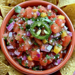 Hier sind die Zutaten für deine frische Garten-Salsa. Jedes Element bringt Geschmack und Farbe. - 4 reife Tomaten, gewürfelt - 1 mittelgroße rote Zwiebel, fein gehackt - 1 Jalapeño-Pfeffer, entkernt und fein gehackt - 1 kleines Bund frischer Koriander, gehackt - 2 Knoblauchzehen, fein gehackt - Saft von 2 Limetten - Salz und Pfeffer nach Geschmack - 1 Teelöffel Honig (optional) - 1/2 Teelöffel gemahlener Kreuzkümmel Diese Zutaten sind einfach zu finden. Frische Tomaten sind der Schlüssel. Sie geben der Salsa ihren tollen Geschmack. Die Zwiebel fügt eine süße Note hinzu. Jalapeño bringt Schärfe, die du nach Wunsch anpassen kannst. Frischer Koriander bringt ein tolles Aroma. Knoblauch sorgt für einen herzhaften Geschmack. Der Limettensaft fügt Frische hinzu und macht alles lebendig. Das Salz und der Pfeffer sorgen für die nötige Würze. Wenn du eine süße Note magst, probiere den Honig. Kreuzkümmel gibt der Salsa einen rauchigen Touch. Du kannst die Salsa nach deinem Geschmack anpassen. Dies macht sie einzigartig und besonders. Wenn du mehr Details brauchst, schau dir das Full Recipe an. Um deine frische Garten-Salsa zuzubereiten, folge diesen einfachen Schritten: - Nimm eine große Rührschüssel und vermenge die gewürfelten Tomaten, die rote Zwiebel und den fein gehackten Jalapeño-Pfeffer. Dies ist die Basis deiner Salsa. Die Farben und Aromen vermischen sich hier schon toll. - Füge nun den gehackten Koriander und den feingehackten Knoblauch hinzu. Diese Zutaten geben der Salsa viel Frische und Geschmack. Rühre alles gut durch. - Presse den Saft von zwei Limetten über die Mischung. Der Limettensaft bringt eine schöne Säure, die die Aromen hebt. Danach würze die Salsa mit Salz und Pfeffer nach deinem Geschmack. - Wenn du eine süße Note magst, füge einen Teelöffel Honig hinzu. Dies ist optional, aber es macht die Salsa besonders lecker. - Streue einen halben Teelöffel gemahlenen Kreuzkümmel darüber. Dieser gibt der Salsa einen rauchigen Touch, der gut harmoniert. - Rühre alles gründlich um, bis die Zutaten gut vermischt sind. Es ist wichtig, dass jede Zutat gleichmäßig verteilt ist. - Lass die Salsa mindestens 30 Minuten bei Raumtemperatur oder im Kühlschrank stehen. Dies hilft den Aromen, sich zu entfalten. Serviere die Salsa dann zu deinen Lieblingsgerichten. Dieses einfache Rezept für frische Garten-Salsa ist schnell gemacht und voller Geschmack. Es passt perfekt zu Tortilla-Chips oder als Topping für Tacos. Um die Aromen in Ihrer frischen Garten-Salsa zu maximieren, gibt es einige einfache Tipps. - Einlegen der Salsa vor dem Servieren: Lassen Sie die Salsa mindestens 30 Minuten stehen. Dadurch verbinden sich die Aromen gut. Sie können sie auch über Nacht im Kühlschrank lagern. - Verwendung von frischen, saisonalen Zutaten: Frische Zutaten machen einen großen Unterschied. Suchen Sie nach reifen Tomaten und knackigem Koriander. Saisonale Produkte haben oft mehr Geschmack. - Anpassung der Schärfegrad mit Jalapeño: Jalapeños können die Salsa schärfer machen. Entfernen Sie die Kerne für weniger Schärfe. Fügen Sie mehr hinzu, wenn Sie es schärfer mögen. - Honig als Option für einen süßeren Geschmack: Wenn Sie eine süßere Note möchten, geben Sie einen Teelöffel Honig hinzu. Es balanciert die Säure der Limetten aus und macht die Salsa köstlicher. Folgen Sie diesen Tipps, und Ihre Salsa wird ein Hit auf jedem Tisch! {{image_4}} Frische Garten-Salsa ist sehr vielseitig. Du kannst die Zutaten leicht anpassen. Hier sind einige Ideen für Variationen: - Zugabe von anderem Gemüse: Du kannst Paprika oder Avocado hinzufügen. Das gibt der Salsa mehr Textur und Geschmack. Paprika bringt Süße, während Avocado eine cremige Note hinzufügt. - Experimentieren mit Gewürzen und Kräutern: Probiere verschiedene Kräuter wie Basilikum oder Petersilie. Diese geben der Salsa eine neue Tiefe. Ein Hauch von Kreuzkümmel kann auch einen interessanten Geschmack bringen. - Variante mit Ananas oder Mango: Für eine fruchtige Note kannst du Ananas oder Mango hinzufügen. Diese Früchte geben einen süßen, tropischen Geschmack. Sie passen gut zu scharfen Zutaten und machen die Salsa erfrischend. Nutze diese Alternativen, um deine Salsa einzigartig zu machen. Experimentiere mit verschiedenen Kombinationen, um deinen eigenen Geschmack zu finden. Um die Frische deiner Garten-Salsa zu bewahren, lege sie in einen luftdichten Behälter. So bleibt der Geschmack lange erhalten. Der beste Platz ist im Kühlschrank. Stelle sicher, dass der Behälter gut verschlossen ist. Die Haltbarkeit der frischen Salsa beträgt etwa 3 bis 5 Tage. Nach dieser Zeit kann der Geschmack nachlassen. Es ist wichtig, die Salsa vor dem Verzehr zu riechen und zu schmecken. Wenn sie komisch riecht oder anders aussieht, wirf sie lieber weg. Wenn du die Salsa länger aufbewahren willst, gibt es ein paar Tipps zur Konservierung. Du kannst die Salsa in kleinen Portionen einfrieren. Verwende dafür einen gefrierfesten Behälter oder einen Gefrierbeutel. Achte darauf, die Luft herauszudrücken, bevor du sie verschließt. So bleibt die Salsa frisch. Eine andere Möglichkeit ist, die Salsa in Gläser zu füllen und heiß zu verschließen. Dies verlängert die Haltbarkeit erheblich. So kannst du die Aromen des Gartens auch im Winter genießen. Für das beste Ergebnis, verwende die frische Salsa schnell. So hast du den besten Geschmack und die besten Nährstoffe. Probiere es aus und genieße die Frische! Frische Garten-Salsa hält sich gut im Kühlschrank. Sie bleibt frisch für etwa 3 bis 5 Tage. Lagern Sie die Salsa in einem luftdichten Behälter. Dies hilft, die Aromen zu bewahren und die Frische zu halten. Wenn Sie die Salsa länger aufbewahren möchten, können Sie sie auch einfrieren. So bleibt die Salsa bis zu 2 Monate genießbar. Ja, Sie können die Salsa schärfer machen! Fügen Sie einfach mehr Jalapeño-Pfeffer hinzu. Wenn Sie es wirklich scharf mögen, verwenden Sie auch die Kerne. Eine andere Option ist, einen Habanero-Pfeffer zu verwenden. Er ist viel schärfer als der Jalapeño. Beginnen Sie langsam, um die Schärfe zu testen. Sie können immer mehr hinzufügen, aber das Entfernen ist schwieriger. Die frische Garten-Salsa passt zu vielen Gerichten. Sie ist perfekt für Tortilla-Chips oder als Dip. Auch grilliertes Fleisch oder Fisch schmecken damit großartig. Servieren Sie die Salsa auf Tacos oder in Burritos. Sie bringt Farbe und Geschmack in jedes Gericht. Viele Menschen verwenden sie auch als Salatdressing oder auf Sandwiches. Ja, Sie können die Salsa ohne Zwiebeln oder Knoblauch zubereiten. Lassen Sie sie einfach weg und verwenden Sie mehr Tomaten oder Koriander. Dies gibt Ihnen immer noch einen frischen Geschmack. Sie können auch andere Gewürze hinzufügen, um den Geschmack zu verbessern. Probieren Sie etwas Limettensaft oder zusätzliches Gemüse wie Paprika. Diese Anleitung zeigt, wie man köstliche Salsa macht. Wir haben frische Zutaten verwendet und Schritte zum Zubereiten geklärt. Auch Tipps zur Geschmacksverbesserung und Lagerung fanden Platz. Denke daran, kreativ zu sein und verschiedene Variationen auszuprobieren. Frische Salsa bringt jedem Gericht Leben. Mach die Salsa zu deinem nächsten Hit.