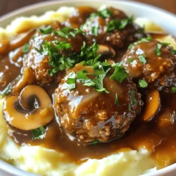 Slow Cooker Salisbury Steak Meatballs Einfach und Lecker