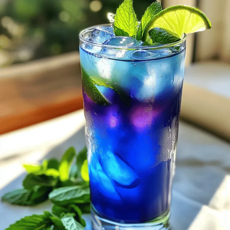 Für den Blaue Lagune Schmetterlingsblüten-Tee benötigst du einige einfache Zutaten. Diese Zutaten sind leicht zu finden und geben dem Tee seinen besonderen Geschmack und seine Farbe. Hier sind die Hauptzutaten: - 2 Tassen Wasser - 1 Esslöffel getrocknete Schmetterlingsblüten - 1 Esslöffel Honig (nach Geschmack anpassen) - 1 Limette, ausgepresst - Frische Minzblätter zur Garnierung - Eiswürfel (optional) Diese Zutaten sind die Basis für deinen erfrischenden Tee. Die Schmetterlingsblüten sind der Star. Sie geben dem Tee seine schöne blaue Farbe. Du kannst deinen Blaue Lagune Schmetterlingsblüten-Tee mit zusätzlichen Zutaten aufpeppen. Das macht ihn noch interessanter. Hier sind einige Vorschläge: - Frische Früchte wie Beeren oder Mango für mehr Süße - Kokoswasser für einen tropischen Geschmack - Ingwer für eine würzige Note - Zitronengras für zusätzliche Frische - Minze oder Basilikum für mehr Aroma Experimentiere mit diesen Zutaten, um deinen eigenen Lieblingsgeschmack zu finden! Die Wahl der richtigen Schmetterlingsblüten ist wichtig. Hochwertige Blüten sorgen für den besten Geschmack und die schönste Farbe. Achte auf folgende Punkte: - Wähle getrocknete Blüten von guter Qualität. Sie sollten eine tiefe blaue Farbe haben. - Kaufe bei vertrauenswürdigen Verkäufern oder in Bioläden. - Prüfe das Verfallsdatum, um sicherzustellen, dass die Blüten frisch sind. Mit diesen Tipps findest du die besten Schmetterlingsblüten für deinen Tee. So wird dein Blaue Lagune Schmetterlingsblüten-Tee ein echter Genuss! Um den besten Geschmack aus den Blüten zu holen, beginne mit getrockneten Schmetterlingsblüten. Diese Blüten sind tiefblau und haben einen milden, blumigen Geschmack. Nimm einen Esslöffel der Blüten und stelle sicher, dass sie frisch und von guter Qualität sind. Du kannst diese in vielen Geschäften oder online finden. Wenn du die Blüten ins Wasser gibst, verwandle sie in einen schönen blauen Tee. Koche zuerst zwei Tassen Wasser in einem Topf. Sobald das Wasser kocht, nehme den Topf vom Herd. Füge die getrockneten Schmetterlingsblüten hinzu. Lass sie etwa zehn Minuten ziehen. Dies gibt dem Tee seine lebendige Farbe. Nach dem Ziehen gieße den Tee durch ein feines Sieb in ein Glas oder eine Karaffe, um die Blüten zu entfernen. Während der Tee noch warm ist, kannst du einen Esslöffel Honig hinzufügen. Rühre gut um, bis sich der Honig auflöst. Um den Tee wirklich erfrischend zu machen, lasse ihn zuerst auf Zimmertemperatur abkühlen. Danach stelle ihn in den Kühlschrank. Wenn du bereit bist zu servieren, füge frisch gepressten Limettensaft hinzu. Dies verwandelt die Farbe in ein lebhaftes Purpur und gibt einen tollen Geschmack. Du kannst den Tee auch mit Eiswürfeln servieren. Garniere jedes Glas mit frischen Minzblättern. Das sieht nicht nur schön aus, sondern schmeckt auch frisch. Wenn du das Gefühl hast, etwas Besonderes zu machen, probiere die Blaue Lagune Schmetterlingsblüten-Tee [Full Recipe]. Ein häufiger Fehler beim Zubereiten von Blaue Lagune Schmetterlingsblüten-Tee ist, die Blüten zu lange ziehen zu lassen. Nach zehn Minuten ist die Farbe perfekt. Wenn du zu lange wartest, kann der Tee bitter schmecken. Achte darauf, die Blüten sofort nach der Ziehzeit abzuseihen. So erhältst du einen klaren und schönen Tee. Die Süße und Säure sind wichtig für den Geschmack des Tees. Du kannst die Menge an Honig nach deinem Geschmack anpassen. Wenn du es süßer magst, füge mehr Honig hinzu. Für eine frische Note ist Limettensaft perfekt. Beginne mit einem Esslöffel und schmecke dann ab. So findest du den perfekten Mix für deinen Tee. Die Serviertemperatur beeinflusst den Geschmack des Tees. Dieser Tee schmeckt warm, aber auch kalt sehr gut. Wenn du ihn kalt servierst, füge Eiswürfel hinzu. Der Tee kann auch bei Zimmertemperatur serviert werden. Das Wichtigste ist, ihn frisch zu genießen. Ein kühler Tee an einem warmen Tag ist immer erfrischend! {{image_4}} Butterfly Pea Tea schmeckt heiß oder kalt. Die heiße Version ist einfach zubereitet. Nach dem Kochen der Blüten bleibt der Tee warm. Das ist perfekt für kalte Tage. Für die kalte Version lass den Tee abkühlen. Füge dann Eiswürfel hinzu. Dies macht den Tee erfrischend und kühl. Ich genieße ihn oft mit Eis an heißen Tagen. Du kannst viele Zutaten hinzufügen. Frische Früchte wie Mango oder Ananas sind toll. Sie geben dem Tee eine süße Note. Auch Gewürze wie Ingwer passen gut. Für einen besonderen Twist probiere Kokosmilch. Diese macht den Tee cremig und lecker. Je mehr Zutaten, desto kreativer wird dein Getränk. Experimentiere und finde deinen Favoriten! Butterfly Pea Tea ist ein echter Hit in Cocktails. Seine Farbe ist einfach einzigartig. Mixe ihn mit Gin oder Wodka für einen besonderen Drink. Ein Spritzer Zitrone verwandelt die Farbe. Du kannst auch frische Minze oder Limette hinzufügen. Diese Zutaten machen den Cocktail frisch und spannend. Schau dir die Full Recipe an und kreiere deinen eigenen Cocktail! Um den Blaue Lagune Schmetterlingsblüten-Tee frisch zu halten, lagere ihn kühl und dunkel. Verwende einen luftdichten Behälter. So bleibt der Geschmack länger erhalten. Vermeide direkte Sonneneinstrahlung, da sie die Farbe und den Geschmack beeinflusst. Frisch zubereiteter Schmetterlingsblüten-Tee bleibt im Kühlschrank etwa 3 bis 5 Tage haltbar. Achte darauf, ihn in einem gut verschlossenen Behälter aufzubewahren. Nach dieser Zeit kann der Tee an Geschmack verlieren oder trüb werden. Du kannst den übrig gebliebenen Tee auch für andere Getränke nutzen. Füge ihn zum Smoothie hinzu oder verwende ihn in Cocktails. Eine weitere Idee ist, ihn in Eiswürfeln einzufrieren. So hast du leckere, gefrorene Teewürfel für deine nächsten Getränke. Mit diesen Tipps machst du das Beste aus deinem Blaue Lagune Schmetterlingsblüten-Tee! Schmetterlingsblüten-Tee hat viele Vorteile. Er kann die Verdauung fördern und das Immunsystem stärken. Zudem hat er antioxidative Eigenschaften, die helfen, den Körper zu schützen. Viele Menschen trinken diesen Tee auch für ihre Haut. Einige sagen, er kann Stress reduzieren und die Stimmung heben. Getrocknete Schmetterlingsblüten sind leicht zu finden. Du kannst sie in Bioläden, im Internet oder in speziellen Teeläden kaufen. Achte darauf, dass die Blüten von guter Qualität sind. Sie sollten nicht bräunlich oder beschädigt aussehen. Online-Shops bieten oft die beste Auswahl. Ja, du kannst den Tee ohne Honig machen. Der Tee hat von sich aus einen milden Geschmack. Wenn du es süßer magst, kannst du auch Zucker oder andere Süßstoffe verwenden. Oder du lässt ihn einfach pur. Er schmeckt auch so frisch und gut. Die Farbe des Tees ist wirklich magisch. Er ist zuerst blau. Wenn du Limettensaft hinzufügst, wird er lila oder purpur. Das passiert wegen der Säure im Limettensaft. Es ist ein schöner Anblick und macht den Tee noch spezieller. Ja, dieser Tee ist koffeinfrei. Das macht ihn ideal für alle, die auf Koffein verzichten wollen. Du kannst ihn jederzeit genießen, ohne dir Sorgen um Schlafstörungen zu machen. Es ist eine perfekte Wahl für entspannende Momente. Der Blaue Lagune Schmetterlingsblüten-Tee ist ein frisches und vielseitiges Getränk. Wir haben die Hauptzutaten und Variationen besprochen, um deinen Tee zu verbessern. Die Schritt-für-Schritt-Anleitung hilft dir, jeden Fehler zu vermeiden. Beachte die Tipps zur Lagerung und wiederverwendbaren Blüten. Nutze die gesunden Vorteile der Schmetterlingsblüten. Experimentiere mit verschiedenen Geschmäckern, um deinen perfekten Tee zu finden. Viel Spaß beim Zubereiten!