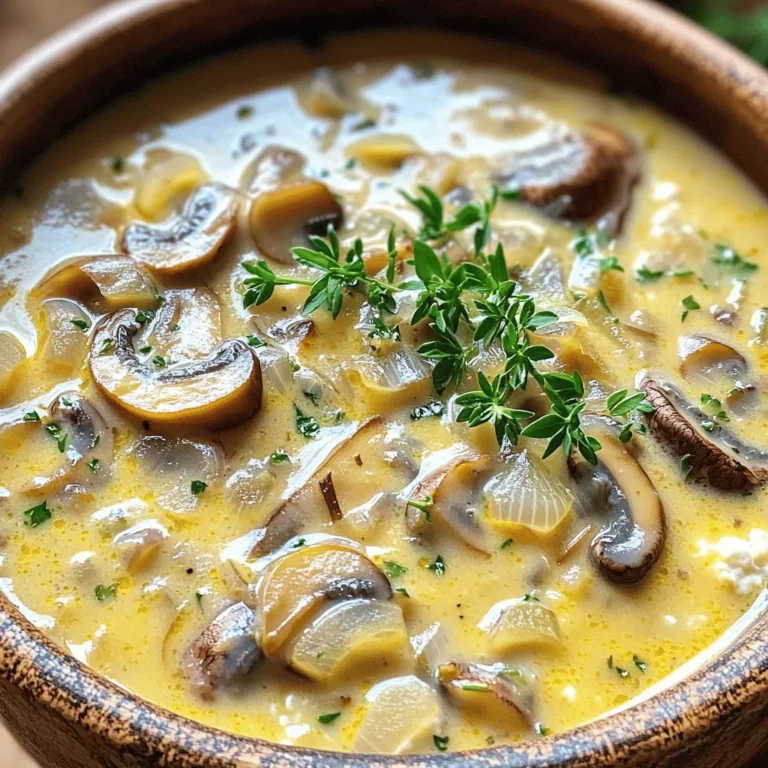 Für die Cremige Hüttenkäse-Pilzsuppe brauchst du eine gute Auswahl an frischen Zutaten. Hier ist, was du benötigst: - 1 Esslöffel Olivenöl - 1 mittelgroße Zwiebel, fein gehackt - 2 Knoblauchzehen, gepresst - 225 g frische Pilze, in Scheiben geschnitten (z.B. Champignons oder Crimini) - 4 Tassen Gemüsebrühe - 1 Tasse Hüttenkäse - 1 Esslöffel frischer Thymian, gehackt (oder 1 Teelöffel getrockneter Thymian) - 1/2 Teelöffel Salz (nach Geschmack anpassen) - 1/4 Teelöffel schwarzer Pfeffer - 1 Esslöffel Zitronensaft - Frische Petersilie, gehackt (zum Garnieren) Diese Zutaten bilden die Basis für den vollen, reichen Geschmack der Suppe. Du kannst die frischen Pilze nach deinem Geschmack auswählen. Champignons sind mild und zart, während Crimini einen stärkeren Geschmack haben. Die Gewürze und Kräuter bringen das Gericht zum Leben. Thymian hat einen erdigen Geschmack. Er passt perfekt zu Pilzen. Du kannst frischen Thymian verwenden, um mehr Aroma zu erhalten. Getrockneter Thymian funktioniert auch. Das Salz und der Pfeffer sind wichtig. Sie helfen, die Aromen der anderen Zutaten hervorzuheben. Ein Spritzer Zitronensaft bringt Frische. Er hebt den Geschmack der Suppe noch mehr. Wenn du nicht alle Zutaten hast, gibt es Alternativen. Du kannst Olivenöl durch Rapsöl ersetzen. Zwiebeln sind wichtig, aber Lauch kann auch gut funktionieren. Wenn du keinen Hüttenkäse hast, probiere Frischkäse oder griechischen Joghurt. Diese bringen eine ähnliche Cremigkeit. Für die Gemüsebrühe kannst du auch Hühnerbrühe verwenden, wenn du magst. Die Pilze sind flexibel. Du kannst auch andere Sorten wie Shiitake oder Austernpilze verwenden. Das gibt der Suppe einen neuen Twist. Um die cremige Hüttenkäse-Pilzsuppe zuzubereiten, beginne mit den Zutaten. Hier ist, was du brauchst: - 1 Esslöffel Olivenöl - 1 mittelgroße Zwiebel, fein gehackt - 2 Knoblauchzehen, gepresst - 225 g frische Pilze, in Scheiben geschnitten - 4 Tassen Gemüsebrühe - 1 Tasse Hüttenkäse - 1 Esslöffel frischer Thymian, gehackt - 1/2 Teelöffel Salz - 1/4 Teelöffel schwarzer Pfeffer - 1 Esslöffel Zitronensaft - Frische Petersilie, gehackt Wasche die Pilze gut und schneide sie in Scheiben. Hacke die Zwiebel und den Knoblauch fein. Diese Schritte helfen dir, die Aromen gleichmäßig zu verteilen. Erhitze das Olivenöl in einem großen Topf bei mittlerer Hitze. Füge die gehackte Zwiebel hinzu. Brate sie an, bis sie weich und durchscheinend ist, das dauert etwa 5 Minuten. Jetzt gib die gepressten Knoblauchzehen und die geschnittenen Pilze in den Topf. Sauté für 5 bis 7 Minuten, bis die Pilze weich und goldbraun sind. Dann gieße die Gemüsebrühe dazu. Rühre den Thymian, das Salz und den Pfeffer ein. Lass die Mischung leicht köcheln, damit sich die Aromen gut vermischen. Dies dauert etwa 10 bis 15 Minuten. Nimm den Topf vom Herd und füge vorsichtig den Hüttenkäse hinzu. Mit einem Stabmixer pürierst du die Suppe, bis sie cremig ist. Wenn du keinen Stabmixer hast, kannst du die Suppe in einem Standmixer pürieren. Sei vorsichtig mit der heißen Flüssigkeit. Stelle die Suppe wieder auf den Herd bei schwacher Hitze. Rühre den Zitronensaft ein. Schmecke die Suppe ab und passe die Würzung nach deinem Geschmack an. Lass sie weitere 5 Minuten erwärmen. Jetzt ist deine cremige Hüttenkäse-Pilzsuppe bereit! Garniere sie mit frisch gehackter Petersilie und serviere sie heiß. Um die perfekte Cremigkeit zu erreichen, kannst du die Menge an Hüttenkäse anpassen. Mehr Hüttenkäse macht die Suppe dicker. Wenn du eine dünnere Suppe bevorzugst, füge einfach etwas mehr Gemüsebrühe hinzu. Du kannst auch etwas Sahne oder Milch einrühren, um die Textur zu verfeinern. Ein Stabmixer hilft dir, die Suppe gleichmäßig zu pürieren. Wenn du keine hast, benutze einen Standmixer, aber sei vorsichtig mit der heißen Flüssigkeit. Die Garnierung macht die Suppe noch ansprechender. Frische Petersilie gibt einen schönen Farbkontrast und frischen Geschmack. Du kannst auch geröstete Pilze oder ein paar Tropfen Olivenöl darüber geben. Ein Löffel saure Sahne oder ein Spritzer Zitronensaft wertet den Geschmack auf. Auch frische Kräuter wie Schnittlauch oder Thymian passen gut dazu. Ein häufiger Fehler ist, die Zwiebeln zu stark anzubraten. Sie sollten weich und durchsichtig sein, nicht braun. Das kann den Geschmack der Suppe beeinträchtigen. Achte darauf, die Brühe nicht zu stark zu kochen, um die Aromen zu bewahren. Wenn die Suppe zu salzig wird, kannst du etwas Wasser oder Brühe hinzufügen, um den Geschmack auszugleichen. Schließlich, püriere die Suppe nicht zu lange; du willst die Stücke der Pilze nicht vollständig zerkleinern. {{image_4}} Um die Suppe vegan zu machen, ersetze die Butter durch pflanzliches Öl. Nutze anstelle von Hüttenkäse eine Mischung aus püriertem Tofu und einem Spritzer Zitronensaft. Dies gibt der Suppe eine cremige Konsistenz. Füge auch etwas Kokosmilch hinzu, um den Geschmack zu verbessern. Diese Optionen sind nahrhaft und lecker. Du kannst die Suppe nach deinem Geschmack anpassen. Füge zum Beispiel Karotten, Sellerie oder Spinat hinzu. Diese Gemüsesorten bringen Farbe und zusätzliche Nährstoffe. Wenn du das Gemüse anbrätst, entwickelst du mehr Aromen. Experimentiere mit deinen Lieblingsgemüsesorten für mehr Vielfalt. Wenn du gerne mit Käse experimentierst, probiere andere Sorten aus. Parmesan oder Feta geben der Suppe einen anderen Geschmack. Du kannst auch Ziegenkäse verwenden, um eine besondere Note zu erzielen. Achte darauf, dass der Käse gut schmilzt, um die Cremigkeit zu bewahren. Um die Cremige Hüttenkäse-Pilzsuppe aufzubewahren, lass sie zuerst abkühlen. Fülle die Suppe in luftdichte Behälter. Du kannst die Suppe bis zu fünf Tage im Kühlschrank lagern. Wenn du die Suppe länger aufbewahren willst, friere sie ein. Verwende dafür gefrierfreundliche Behälter oder Beutel. Achte darauf, etwas Platz für die Ausdehnung beim Einfrieren zu lassen. Die Suppe bleibt frisch, wenn du sie richtig lagerst. Im Kühlschrank hält sie bis zu fünf Tage. Ich empfehle, die Suppe in kleinen Portionen zu lagern. So kannst du sie leicht aufwärmen, wenn du Lust darauf hast. Achte darauf, dass die Suppe nicht mehr als einmal aufgetaut und wieder eingefroren wird. Das hilft, die Qualität und den Geschmack zu bewahren. Um die Suppe wieder warm zu machen, stelle sie in einen Topf auf mittlere Hitze. Rühre die Suppe gut um, damit sie gleichmäßig warm wird. Du kannst auch einen Mikrowellenbehälter verwenden. Erhitze die Suppe in kurzen Abständen und rühre gut um. Achte darauf, dass die Suppe nicht zu heiß wird. So bleibt sie cremig und lecker. Du kannst die cremige Hüttenkäse-Pilzsuppe bis zu fünf Tage im Kühlschrank aufbewahren. Stelle sicher, dass sie in einem luftdichten Behälter ist. So bleibt die Suppe frisch und lecker. Wenn du sie länger aufbewahren möchtest, friere sie ein. Ja, gefrorene Pilze sind eine gute Option. Sie sind praktisch und sparen Zeit. Achte darauf, sie vor dem Kochen nicht auftauen zu lassen. So bleiben sie fest und geben der Suppe eine tolle Textur. Ja, diese Suppe ist glutenfrei. Alle Zutaten sind frei von Gluten. Achte jedoch darauf, dass die Gemüsebrühe ebenfalls glutenfrei ist. So kannst du sicher sein, dass die Suppe für deine glutenfreie Ernährung geeignet ist. In diesem Artikel haben wir alle wichtigen Punkte zur cremigen Hüttenkäse-Pilzsuppe behandelt. Wir schauten uns die Zutaten, die Schritt-für-Schritt-Anleitung und Variationen an. Ich gab dir Tipps, um Fehler zu vermeiden und zeige, wie du die Suppe anpassen kannst. Im Endeffekt ist diese Suppe einfach und lecker. Sie lässt sich gut lagern und aufbewahren. Probiere die Variationen aus und finde deinen Favoriten. Viel Spaß beim Kochen!