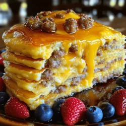 - 8 große Pfannkuchen (fertig gekauft oder selbst gemacht) - 450 g Frühstückswurst, zerbröselt und gebraten - 6 große Eier - 240 ml Milch - 100 g geriebener Cheddar-Käse - 120 ml Ahornsirup (plus zusätzlich zum Servieren) - 1 Teelöffel Vanilleextrakt - 1 Teelöffel Backpulver - 1/2 Teelöffel Salz - 1/4 Teelöffel gemahlener Zimt Die Hauptzutaten sind der Schlüssel zu einem guten Auflauf. Pfannkuchen sind die Basis. Sie geben dem Gericht seine Struktur und seinen Geschmack. Frühstückswurst gibt dem Gericht einen herzhaften Kick. Eier und Milch binden alles zusammen und machen es cremig. Zusätzliche Zutaten wie Cheddar-Käse bringen einen tollen Geschmack. Ahornsirup fügt eine süße Note hinzu, die perfekt zu den Pfannkuchen passt. Vanilleextrakt verstärkt den Geschmack der Eier-Milch-Mischung. Backpulver sorgt dafür, dass der Auflauf schön aufgeht. Zimt rundet das Ganze ab und gibt eine warme Note. Diese Zutaten machen den Pancake Sausage Casserole einfach und lecker. Du kannst viele Variationen ausprobieren, aber diese Grundzutaten sind der beste Start. Heizen Sie Ihren Ofen auf 175°C vor. Dies sorgt dafür, dass der Auflauf gleichmäßig gart. Während der Ofen aufheizt, können Sie die Wurst zubereiten. Braten Sie 450 g Frühstückswurst in einer großen Pfanne bei mittlerer Hitze an. Zerbröseln Sie die Wurst, während sie brät. Achten Sie darauf, dass sie goldbraun und durchgegart ist. Wenn die Wurst fertig ist, gießen Sie das überschüssige Fett ab und stellen Sie die Wurst beiseite. In einer großen Schüssel nehmen Sie 6 große Eier und 240 ml Milch. Mischen Sie diese gut mit einem Schneebesen. Fügen Sie dann 120 ml Ahornsirup, 1 Teelöffel Vanilleextrakt, 1 Teelöffel Backpulver, 1/2 Teelöffel Salz und 1/4 Teelöffel gemahlenen Zimt hinzu. Rühren Sie weiter, bis die Mischung gleichmäßig ist. Diese Mischung macht den Auflauf schön fluffig und aromatisch. Jetzt kommt der spaßige Teil! Nehmen Sie eine 23x33 cm große Auflaufform und sprühen Sie sie mit einem Antifrizz-Spray ein. Legen Sie die gekochten Pfannkuchen gleichmäßig auf den Boden. Verteilen Sie die gebratene Wurst gleichmäßig über die Pfannkuchen. Gießen Sie dann die Eier-Milch-Mischung gleichmäßig darüber, sodass alles gut bedeckt ist. Streuen Sie 100 g geriebenen Cheddar-Käse gleichmäßig darüber. Backen Sie den Auflauf im vorgeheizten Ofen für 25-30 Minuten. Achten Sie darauf, dass der Auflauf in der Mitte fest wird und der Käse sprudelnd und goldbraun ist. Nach dem Backen lassen Sie den Auflauf einige Minuten abkühlen, bevor Sie ihn in Quadrate schneiden. Servieren Sie ihn warm und genießen Sie das köstliche Ergebnis! Um die beste Eier-Milch-Mischung zu machen, schlagen Sie die Eier gut. Fügen Sie die Milch langsam hinzu. Das sorgt für eine glatte Textur. Mischen Sie auch den Ahornsirup und den Vanilleextrakt ein. Diese geben dem Auflauf einen tollen Geschmack. Für die Wurst können Sie verschiedene Sorten verwenden. Scharfe Wurst bringt mehr Würze. Milder Käse wie Gouda passt gut dazu. Probieren Sie auch verschiedene Käsesorten aus, um den Auflauf zu variieren. Sobald der Auflauf fertig ist, lassen Sie ihn kurz abkühlen. Schneiden Sie ihn in Quadrate und servieren Sie ihn warm. Garnieren Sie jede Portion mit einem Spritzer Ahornsirup. Frisches Obst wie Erdbeeren oder Heidelbeeren bringt Farbe und Geschmack. Stellen Sie sicher, dass jeder Gast seine Portion erhält. Ein häufiges Problem ist, wenn der Auflauf nicht fest wird. Das passiert, wenn die Eier-Milch-Mischung nicht gut vermischt ist. Achten Sie darauf, alle Zutaten gut zu mischen. Ein weiterer Fehler kann sein, dass der Käse zu schnell bräunt. Decken Sie den Auflauf mit Alufolie ab, wenn er zu dunkel wird. Bewahren Sie Reste im Kühlschrank auf. Lagern Sie sie in einem verschlossenen Behälter. So bleiben sie frisch. Wenn Sie Reste einfrieren, stellen Sie sicher, dass der Auflauf gut abgekühlt ist. So bleibt die Textur beim Aufwärmen besser. {{image_4}} Du kannst die Zutaten leicht ändern. Wenn du eine vegetarische Option möchtest, ersetze die Frühstückswurst durch gebratene Pilze oder Tofu. Diese Zutaten bringen auch tollen Geschmack. Du kannst auch verschiedene Käsesorten ausprobieren. Gouda oder Mozzarella passen gut zu diesem Auflauf. Jedes Mal, wenn du eine neue Sorte wählst, ändert sich der Geschmack. Nutze saisonale Früchte für zusätzliche Frische. Im Sommer sind Erdbeeren oder Himbeeren ideal. Im Herbst passen Äpfel oder Birnen gut dazu. Diese Früchte bringen eine süße Note. Du kannst den Auflauf auch für Feiertage anpassen. Füge an Weihnachten Zimt und Muskatnuss hinzu. Diese Gewürze geben dem Gericht einen festlichen Flair. Es gibt viele Möglichkeiten, diesen Auflauf zu variieren. Du kannst ihn süßer oder herzhafter machen. Für eine süßere Version füge mehr Ahornsirup oder Schokoladenstückchen hinzu. Wenn du Allergien berücksichtigst, gibt es auch viele allergikerfreundliche Optionen. Verwende glutenfreie Pfannkuchen und pflanzliche Milch. So kannst du den Auflauf für alle zugänglich machen. Lagere die Reste des Auflaufs im Kühlschrank. Verwende dafür einen luftdichten Behälter. So bleiben die Aromen frisch. Du kannst die Reste bis zu fünf Tage aufbewahren. Für das Einfrieren schneide den Auflauf in Portionen. Wickel jede Portion in Frischhaltefolie und lege sie in einen Gefrierbeutel. So bleibt die Textur besser erhalten. Wie lange kannst du den Auflauf aufbewahren? Im Kühlschrank hält er etwa fünf Tage. Im Gefrierfach bleibt er bis zu drei Monate gut. Achte auf Anzeichen von Verderb. Wenn der Auflauf einen seltsamen Geruch hat oder die Farbe ändert, wirf ihn weg. Die besten Methoden zum Aufwärmen sind der Ofen und die Mikrowelle. Im Ofen bleibt der Auflauf knusprig. Heize den Ofen auf 175°C vor. Backe den Auflauf für etwa 15 Minuten. In der Mikrowelle geht es schneller. Erwärme ihn für 1-2 Minuten. Überprüfe die Temperatur, um sicherzustellen, dass er heiß ist. Um den Auflauf im Voraus vorzubereiten, können Sie die Pfannkuchen und die Wurst am Vortag machen. Kühlen Sie sie dann gut ab und lagern Sie sie im Kühlschrank. Mischen Sie die Eier und die Milch in einer separaten Schüssel. Gießen Sie die Mischung erst kurz vor dem Backen über die Pfannkuchen und die Wurst. So bleibt alles frisch und lecker. Ja, Sie können diesen Auflauf glutenfrei zubereiten. Verwenden Sie glutenfreie Pfannkuchenmischung oder machen Sie Ihre eigenen Pfannkuchen mit glutenfreiem Mehl. Das gibt Ihnen die gleiche tolle Textur und den Geschmack. Achten Sie darauf, auch die Wurst zu wählen, die glutenfrei ist. Viele Marken bieten glutenfreie Optionen an. Für den Pancake Sausage Casserole passen frisches Obst sehr gut. Heidelbeeren, Erdbeeren oder Bananen sind ideal. Ein Joghurt oder eine Quarkbeilage kann auch gut harmonieren. Für Getränke empfehle ich frischen Orangensaft oder einen leckeren Kaffee. Diese Beilagen ergänzen den Auflauf perfekt und machen das Frühstück noch besser. Dieser Artikel hat eine köstliche Pfannkuchen-Wurst-Auflauf-Rezeptur behandelt. Du hast die Hauptzutaten gelernt, die du benötigst, und wie du sie zubereitest. Wir haben hilfreiche Tipps gegeben, um den perfekten Auflauf zu machen. Variationen und Lagerhinweise erweitern deine Möglichkeiten. Denke daran, diesen Auflauf nach deinem Geschmack anzupassen. Probiere verschiedene Zutaten und Servieroptionen aus. So bleibt jede Portion überraschend lecker. Viel Spaß beim Kochen und Teilen!