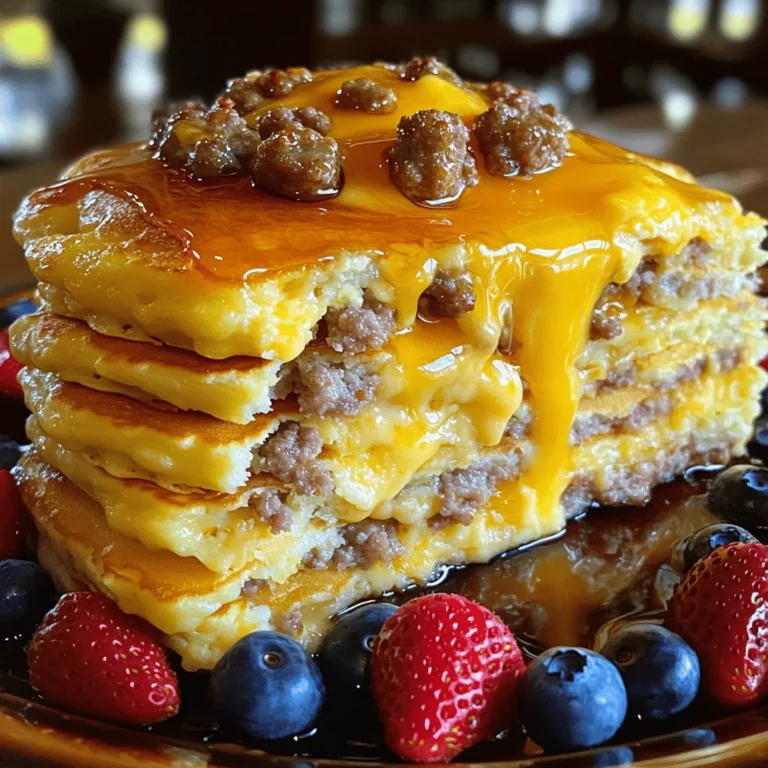 - 8 große Pfannkuchen (fertig gekauft oder selbst gemacht) - 450 g Frühstückswurst, zerbröselt und gebraten - 6 große Eier - 240 ml Milch - 100 g geriebener Cheddar-Käse - 120 ml Ahornsirup (plus zusätzlich zum Servieren) - 1 Teelöffel Vanilleextrakt - 1 Teelöffel Backpulver - 1/2 Teelöffel Salz - 1/4 Teelöffel gemahlener Zimt Die Hauptzutaten sind der Schlüssel zu einem guten Auflauf. Pfannkuchen sind die Basis. Sie geben dem Gericht seine Struktur und seinen Geschmack. Frühstückswurst gibt dem Gericht einen herzhaften Kick. Eier und Milch binden alles zusammen und machen es cremig. Zusätzliche Zutaten wie Cheddar-Käse bringen einen tollen Geschmack. Ahornsirup fügt eine süße Note hinzu, die perfekt zu den Pfannkuchen passt. Vanilleextrakt verstärkt den Geschmack der Eier-Milch-Mischung. Backpulver sorgt dafür, dass der Auflauf schön aufgeht. Zimt rundet das Ganze ab und gibt eine warme Note. Diese Zutaten machen den Pancake Sausage Casserole einfach und lecker. Du kannst viele Variationen ausprobieren, aber diese Grundzutaten sind der beste Start. Heizen Sie Ihren Ofen auf 175°C vor. Dies sorgt dafür, dass der Auflauf gleichmäßig gart. Während der Ofen aufheizt, können Sie die Wurst zubereiten. Braten Sie 450 g Frühstückswurst in einer großen Pfanne bei mittlerer Hitze an. Zerbröseln Sie die Wurst, während sie brät. Achten Sie darauf, dass sie goldbraun und durchgegart ist. Wenn die Wurst fertig ist, gießen Sie das überschüssige Fett ab und stellen Sie die Wurst beiseite. In einer großen Schüssel nehmen Sie 6 große Eier und 240 ml Milch. Mischen Sie diese gut mit einem Schneebesen. Fügen Sie dann 120 ml Ahornsirup, 1 Teelöffel Vanilleextrakt, 1 Teelöffel Backpulver, 1/2 Teelöffel Salz und 1/4 Teelöffel gemahlenen Zimt hinzu. Rühren Sie weiter, bis die Mischung gleichmäßig ist. Diese Mischung macht den Auflauf schön fluffig und aromatisch. Jetzt kommt der spaßige Teil! Nehmen Sie eine 23x33 cm große Auflaufform und sprühen Sie sie mit einem Antifrizz-Spray ein. Legen Sie die gekochten Pfannkuchen gleichmäßig auf den Boden. Verteilen Sie die gebratene Wurst gleichmäßig über die Pfannkuchen. Gießen Sie dann die Eier-Milch-Mischung gleichmäßig darüber, sodass alles gut bedeckt ist. Streuen Sie 100 g geriebenen Cheddar-Käse gleichmäßig darüber. Backen Sie den Auflauf im vorgeheizten Ofen für 25-30 Minuten. Achten Sie darauf, dass der Auflauf in der Mitte fest wird und der Käse sprudelnd und goldbraun ist. Nach dem Backen lassen Sie den Auflauf einige Minuten abkühlen, bevor Sie ihn in Quadrate schneiden. Servieren Sie ihn warm und genießen Sie das köstliche Ergebnis! Um die beste Eier-Milch-Mischung zu machen, schlagen Sie die Eier gut. Fügen Sie die Milch langsam hinzu. Das sorgt für eine glatte Textur. Mischen Sie auch den Ahornsirup und den Vanilleextrakt ein. Diese geben dem Auflauf einen tollen Geschmack. Für die Wurst können Sie verschiedene Sorten verwenden. Scharfe Wurst bringt mehr Würze. Milder Käse wie Gouda passt gut dazu. Probieren Sie auch verschiedene Käsesorten aus, um den Auflauf zu variieren. Sobald der Auflauf fertig ist, lassen Sie ihn kurz abkühlen. Schneiden Sie ihn in Quadrate und servieren Sie ihn warm. Garnieren Sie jede Portion mit einem Spritzer Ahornsirup. Frisches Obst wie Erdbeeren oder Heidelbeeren bringt Farbe und Geschmack. Stellen Sie sicher, dass jeder Gast seine Portion erhält. Ein häufiges Problem ist, wenn der Auflauf nicht fest wird. Das passiert, wenn die Eier-Milch-Mischung nicht gut vermischt ist. Achten Sie darauf, alle Zutaten gut zu mischen. Ein weiterer Fehler kann sein, dass der Käse zu schnell bräunt. Decken Sie den Auflauf mit Alufolie ab, wenn er zu dunkel wird. Bewahren Sie Reste im Kühlschrank auf. Lagern Sie sie in einem verschlossenen Behälter. So bleiben sie frisch. Wenn Sie Reste einfrieren, stellen Sie sicher, dass der Auflauf gut abgekühlt ist. So bleibt die Textur beim Aufwärmen besser. {{image_4}} Du kannst die Zutaten leicht ändern. Wenn du eine vegetarische Option möchtest, ersetze die Frühstückswurst durch gebratene Pilze oder Tofu. Diese Zutaten bringen auch tollen Geschmack. Du kannst auch verschiedene Käsesorten ausprobieren. Gouda oder Mozzarella passen gut zu diesem Auflauf. Jedes Mal, wenn du eine neue Sorte wählst, ändert sich der Geschmack. Nutze saisonale Früchte für zusätzliche Frische. Im Sommer sind Erdbeeren oder Himbeeren ideal. Im Herbst passen Äpfel oder Birnen gut dazu. Diese Früchte bringen eine süße Note. Du kannst den Auflauf auch für Feiertage anpassen. Füge an Weihnachten Zimt und Muskatnuss hinzu. Diese Gewürze geben dem Gericht einen festlichen Flair. Es gibt viele Möglichkeiten, diesen Auflauf zu variieren. Du kannst ihn süßer oder herzhafter machen. Für eine süßere Version füge mehr Ahornsirup oder Schokoladenstückchen hinzu. Wenn du Allergien berücksichtigst, gibt es auch viele allergikerfreundliche Optionen. Verwende glutenfreie Pfannkuchen und pflanzliche Milch. So kannst du den Auflauf für alle zugänglich machen. Lagere die Reste des Auflaufs im Kühlschrank. Verwende dafür einen luftdichten Behälter. So bleiben die Aromen frisch. Du kannst die Reste bis zu fünf Tage aufbewahren. Für das Einfrieren schneide den Auflauf in Portionen. Wickel jede Portion in Frischhaltefolie und lege sie in einen Gefrierbeutel. So bleibt die Textur besser erhalten. Wie lange kannst du den Auflauf aufbewahren? Im Kühlschrank hält er etwa fünf Tage. Im Gefrierfach bleibt er bis zu drei Monate gut. Achte auf Anzeichen von Verderb. Wenn der Auflauf einen seltsamen Geruch hat oder die Farbe ändert, wirf ihn weg. Die besten Methoden zum Aufwärmen sind der Ofen und die Mikrowelle. Im Ofen bleibt der Auflauf knusprig. Heize den Ofen auf 175°C vor. Backe den Auflauf für etwa 15 Minuten. In der Mikrowelle geht es schneller. Erwärme ihn für 1-2 Minuten. Überprüfe die Temperatur, um sicherzustellen, dass er heiß ist. Um den Auflauf im Voraus vorzubereiten, können Sie die Pfannkuchen und die Wurst am Vortag machen. Kühlen Sie sie dann gut ab und lagern Sie sie im Kühlschrank. Mischen Sie die Eier und die Milch in einer separaten Schüssel. Gießen Sie die Mischung erst kurz vor dem Backen über die Pfannkuchen und die Wurst. So bleibt alles frisch und lecker. Ja, Sie können diesen Auflauf glutenfrei zubereiten. Verwenden Sie glutenfreie Pfannkuchenmischung oder machen Sie Ihre eigenen Pfannkuchen mit glutenfreiem Mehl. Das gibt Ihnen die gleiche tolle Textur und den Geschmack. Achten Sie darauf, auch die Wurst zu wählen, die glutenfrei ist. Viele Marken bieten glutenfreie Optionen an. Für den Pancake Sausage Casserole passen frisches Obst sehr gut. Heidelbeeren, Erdbeeren oder Bananen sind ideal. Ein Joghurt oder eine Quarkbeilage kann auch gut harmonieren. Für Getränke empfehle ich frischen Orangensaft oder einen leckeren Kaffee. Diese Beilagen ergänzen den Auflauf perfekt und machen das Frühstück noch besser. Dieser Artikel hat eine köstliche Pfannkuchen-Wurst-Auflauf-Rezeptur behandelt. Du hast die Hauptzutaten gelernt, die du benötigst, und wie du sie zubereitest. Wir haben hilfreiche Tipps gegeben, um den perfekten Auflauf zu machen. Variationen und Lagerhinweise erweitern deine Möglichkeiten. Denke daran, diesen Auflauf nach deinem Geschmack anzupassen. Probiere verschiedene Zutaten und Servieroptionen aus. So bleibt jede Portion überraschend lecker. Viel Spaß beim Kochen und Teilen!
