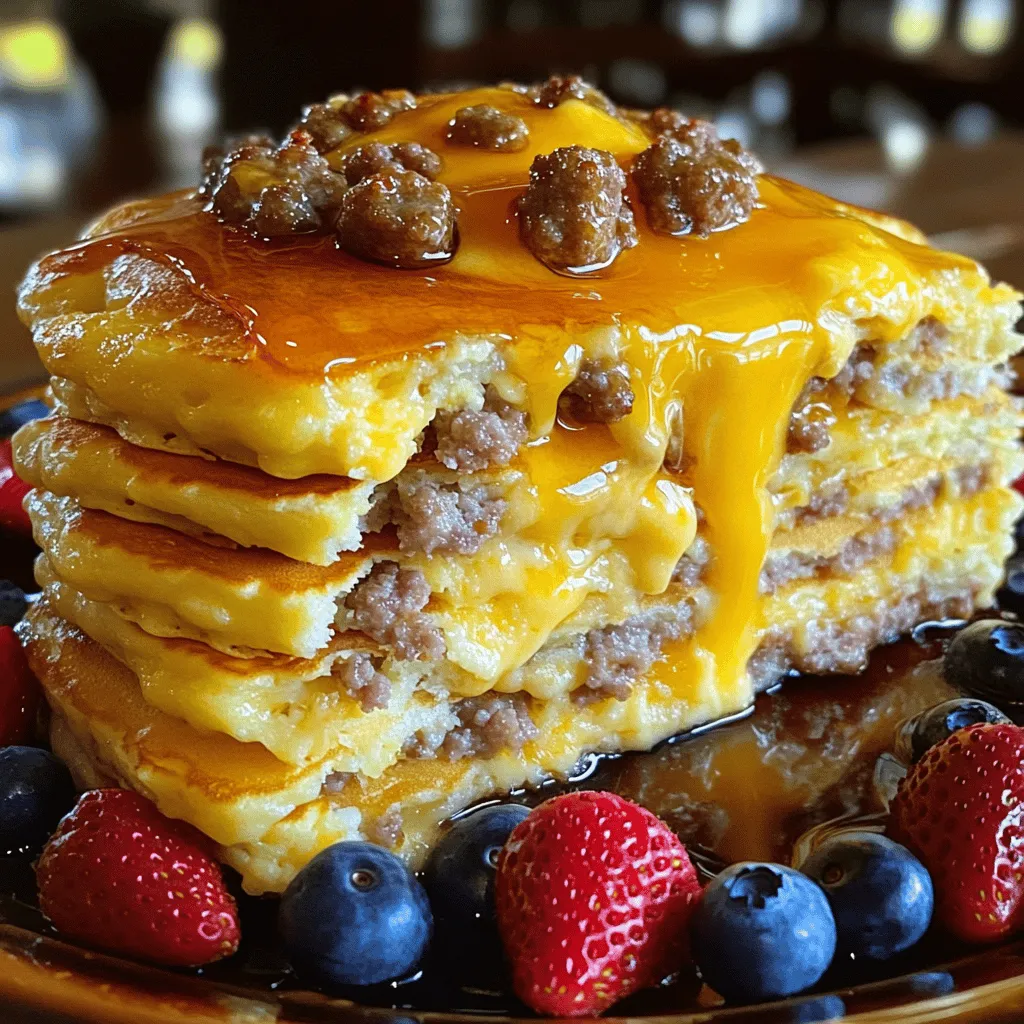 - 8 große Pfannkuchen (fertig gekauft oder selbst gemacht) - 450 g Frühstückswurst, zerbröselt und gebraten - 6 große Eier - 240 ml Milch - 100 g geriebener Cheddar-Käse - 120 ml Ahornsirup (plus zusätzlich zum Servieren) - 1 Teelöffel Vanilleextrakt - 1 Teelöffel Backpulver - 1/2 Teelöffel Salz - 1/4 Teelöffel gemahlener Zimt Die Hauptzutaten sind der Schlüssel zu einem guten Auflauf. Pfannkuchen sind die Basis. Sie geben dem Gericht seine Struktur und seinen Geschmack. Frühstückswurst gibt dem Gericht einen herzhaften Kick. Eier und Milch binden alles zusammen und machen es cremig. Zusätzliche Zutaten wie Cheddar-Käse bringen einen tollen Geschmack. Ahornsirup fügt eine süße Note hinzu, die perfekt zu den Pfannkuchen passt. Vanilleextrakt verstärkt den Geschmack der Eier-Milch-Mischung. Backpulver sorgt dafür, dass der Auflauf schön aufgeht. Zimt rundet das Ganze ab und gibt eine warme Note. Diese Zutaten machen den Pancake Sausage Casserole einfach und lecker. Du kannst viele Variationen ausprobieren, aber diese Grundzutaten sind der beste Start. Heizen Sie Ihren Ofen auf 175°C vor. Dies sorgt dafür, dass der Auflauf gleichmäßig gart. Während der Ofen aufheizt, können Sie die Wurst zubereiten. Braten Sie 450 g Frühstückswurst in einer großen Pfanne bei mittlerer Hitze an. Zerbröseln Sie die Wurst, während sie brät. Achten Sie darauf, dass sie goldbraun und durchgegart ist. Wenn die Wurst fertig ist, gießen Sie das überschüssige Fett ab und stellen Sie die Wurst beiseite. In einer großen Schüssel nehmen Sie 6 große Eier und 240 ml Milch. Mischen Sie diese gut mit einem Schneebesen. Fügen Sie dann 120 ml Ahornsirup, 1 Teelöffel Vanilleextrakt, 1 Teelöffel Backpulver, 1/2 Teelöffel Salz und 1/4 Teelöffel gemahlenen Zimt hinzu. Rühren Sie weiter, bis die Mischung gleichmäßig ist. Diese Mischung macht den Auflauf schön fluffig und aromatisch. Jetzt kommt der spaßige Teil! Nehmen Sie eine 23x33 cm große Auflaufform und sprühen Sie sie mit einem Antifrizz-Spray ein. Legen Sie die gekochten Pfannkuchen gleichmäßig auf den Boden. Verteilen Sie die gebratene Wurst gleichmäßig über die Pfannkuchen. Gießen Sie dann die Eier-Milch-Mischung gleichmäßig darüber, sodass alles gut bedeckt ist. Streuen Sie 100 g geriebenen Cheddar-Käse gleichmäßig darüber. Backen Sie den Auflauf im vorgeheizten Ofen für 25-30 Minuten. Achten Sie darauf, dass der Auflauf in der Mitte fest wird und der Käse sprudelnd und goldbraun ist. Nach dem Backen lassen Sie den Auflauf einige Minuten abkühlen, bevor Sie ihn in Quadrate schneiden. Servieren Sie ihn warm und genießen Sie das köstliche Ergebnis! Um die beste Eier-Milch-Mischung zu machen, schlagen Sie die Eier gut. Fügen Sie die Milch langsam hinzu. Das sorgt für eine glatte Textur. Mischen Sie auch den Ahornsirup und den Vanilleextrakt ein. Diese geben dem Auflauf einen tollen Geschmack. Für die Wurst können Sie verschiedene Sorten verwenden. Scharfe Wurst bringt mehr Würze. Milder Käse wie Gouda passt gut dazu. Probieren Sie auch verschiedene Käsesorten aus, um den Auflauf zu variieren. Sobald der Auflauf fertig ist, lassen Sie ihn kurz abkühlen. Schneiden Sie ihn in Quadrate und servieren Sie ihn warm. Garnieren Sie jede Portion mit einem Spritzer Ahornsirup. Frisches Obst wie Erdbeeren oder Heidelbeeren bringt Farbe und Geschmack. Stellen Sie sicher, dass jeder Gast seine Portion erhält. Ein häufiges Problem ist, wenn der Auflauf nicht fest wird. Das passiert, wenn die Eier-Milch-Mischung nicht gut vermischt ist. Achten Sie darauf, alle Zutaten gut zu mischen. Ein weiterer Fehler kann sein, dass der Käse zu schnell bräunt. Decken Sie den Auflauf mit Alufolie ab, wenn er zu dunkel wird. Bewahren Sie Reste im Kühlschrank auf. Lagern Sie sie in einem verschlossenen Behälter. So bleiben sie frisch. Wenn Sie Reste einfrieren, stellen Sie sicher, dass der Auflauf gut abgekühlt ist. So bleibt die Textur beim Aufwärmen besser. {{image_4}} Du kannst die Zutaten leicht ändern. Wenn du eine vegetarische Option möchtest, ersetze die Frühstückswurst durch gebratene Pilze oder Tofu. Diese Zutaten bringen auch tollen Geschmack. Du kannst auch verschiedene Käsesorten ausprobieren. Gouda oder Mozzarella passen gut zu diesem Auflauf. Jedes Mal, wenn du eine neue Sorte wählst, ändert sich der Geschmack. Nutze saisonale Früchte für zusätzliche Frische. Im Sommer sind Erdbeeren oder Himbeeren ideal. Im Herbst passen Äpfel oder Birnen gut dazu. Diese Früchte bringen eine süße Note. Du kannst den Auflauf auch für Feiertage anpassen. Füge an Weihnachten Zimt und Muskatnuss hinzu. Diese Gewürze geben dem Gericht einen festlichen Flair. Es gibt viele Möglichkeiten, diesen Auflauf zu variieren. Du kannst ihn süßer oder herzhafter machen. Für eine süßere Version füge mehr Ahornsirup oder Schokoladenstückchen hinzu. Wenn du Allergien berücksichtigst, gibt es auch viele allergikerfreundliche Optionen. Verwende glutenfreie Pfannkuchen und pflanzliche Milch. So kannst du den Auflauf für alle zugänglich machen. Lagere die Reste des Auflaufs im Kühlschrank. Verwende dafür einen luftdichten Behälter. So bleiben die Aromen frisch. Du kannst die Reste bis zu fünf Tage aufbewahren. Für das Einfrieren schneide den Auflauf in Portionen. Wickel jede Portion in Frischhaltefolie und lege sie in einen Gefrierbeutel. So bleibt die Textur besser erhalten. Wie lange kannst du den Auflauf aufbewahren? Im Kühlschrank hält er etwa fünf Tage. Im Gefrierfach bleibt er bis zu drei Monate gut. Achte auf Anzeichen von Verderb. Wenn der Auflauf einen seltsamen Geruch hat oder die Farbe ändert, wirf ihn weg. Die besten Methoden zum Aufwärmen sind der Ofen und die Mikrowelle. Im Ofen bleibt der Auflauf knusprig. Heize den Ofen auf 175°C vor. Backe den Auflauf für etwa 15 Minuten. In der Mikrowelle geht es schneller. Erwärme ihn für 1-2 Minuten. Überprüfe die Temperatur, um sicherzustellen, dass er heiß ist. Um den Auflauf im Voraus vorzubereiten, können Sie die Pfannkuchen und die Wurst am Vortag machen. Kühlen Sie sie dann gut ab und lagern Sie sie im Kühlschrank. Mischen Sie die Eier und die Milch in einer separaten Schüssel. Gießen Sie die Mischung erst kurz vor dem Backen über die Pfannkuchen und die Wurst. So bleibt alles frisch und lecker. Ja, Sie können diesen Auflauf glutenfrei zubereiten. Verwenden Sie glutenfreie Pfannkuchenmischung oder machen Sie Ihre eigenen Pfannkuchen mit glutenfreiem Mehl. Das gibt Ihnen die gleiche tolle Textur und den Geschmack. Achten Sie darauf, auch die Wurst zu wählen, die glutenfrei ist. Viele Marken bieten glutenfreie Optionen an. Für den Pancake Sausage Casserole passen frisches Obst sehr gut. Heidelbeeren, Erdbeeren oder Bananen sind ideal. Ein Joghurt oder eine Quarkbeilage kann auch gut harmonieren. Für Getränke empfehle ich frischen Orangensaft oder einen leckeren Kaffee. Diese Beilagen ergänzen den Auflauf perfekt und machen das Frühstück noch besser. Dieser Artikel hat eine köstliche Pfannkuchen-Wurst-Auflauf-Rezeptur behandelt. Du hast die Hauptzutaten gelernt, die du benötigst, und wie du sie zubereitest. Wir haben hilfreiche Tipps gegeben, um den perfekten Auflauf zu machen. Variationen und Lagerhinweise erweitern deine Möglichkeiten. Denke daran, diesen Auflauf nach deinem Geschmack anzupassen. Probiere verschiedene Zutaten und Servieroptionen aus. So bleibt jede Portion überraschend lecker. Viel Spaß beim Kochen und Teilen!