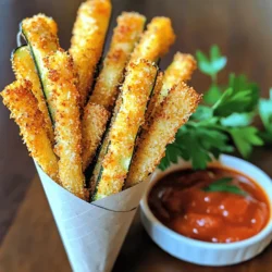 Für die Zubereitung der Parmesan-Zucchini-Pommes benötigst du: - 2 mittelgroße Zucchini, in Pommesform geschnitten - 1 Tasse geriebener Parmesan - 1 Tasse Semmelbrösel (Panko wird empfohlen für zusätzlichen Crunch) - 1 Teelöffel Knoblauchpulver - 1 Teelöffel Zwiebelpulver - 1 Teelöffel italienische Gewürzmischung - 1/2 Teelöffel Salz - 1/4 Teelöffel schwarzer Pfeffer - 1 Ei, verquirlt - Kochspray Diese Zutaten geben den Pommes ihren tollen Geschmack und den perfekten Crunch. Neben den Hauptzutaten kannst du auch mit frischen Kräutern oder Gewürzen experimentieren. Basilikum oder Oregano bringen frische Aromen. Ein Spritzer Zitronensaft kann die Pommes aufpeppen. Wähle Zucchini, die fest und glänzend sind. Achte auf die Größe: mittelgroß ist ideal. Vermeide Zucchini mit Druckstellen oder Falten. Diese sind oft überreif und können bitter schmecken. Frische Zucchini machen deine Pommes besonders lecker! Zuerst müssen wir die Zucchini vorbereiten. Nehmen Sie zwei mittelgroße Zucchini und waschen Sie sie gut. Schneiden Sie die Zucchini in Pommesform. Achten Sie darauf, dass die Stücke gleichmäßig sind. So garen sie gleichmäßig. Legen Sie die Zucchini-Pommes auf ein Küchentuch. Tupfen Sie sie trocken, um überschüssige Feuchtigkeit zu entfernen. Dies hilft, die Pommes knusprig zu machen. Jetzt machen wir die Panade. Nehmen Sie eine flache Schüssel. Geben Sie dort eine Tasse Semmelbrösel und eine Tasse geriebenen Parmesan hinein. Fügen Sie einen Teelöffel Knoblauchpulver, Zwiebelpulver und italienische Gewürzmischung hinzu. Mischen Sie alles gut mit einem Löffel. In einer anderen Schüssel verquirlen Sie ein Ei. Tauchen Sie jede Zucchini-Pommes zuerst in das Ei. Lassen Sie das überschüssige Ei abtropfen. Dann wenden Sie die Pommes in der Panade. Drücken Sie die Mischung leicht an, damit sie gut haftet. Heizen Sie Ihre Heißluftfritteuse auf 200°C vor. Legen Sie die panierten Zucchini-Pommes in den Korb. Achten Sie darauf, dass sie in einer einzigen Schicht liegen. Sprühen Sie sie leicht mit Kochspray ein. Dies sorgt für zusätzliche Knusprigkeit. Frittieren Sie die Pommes für 12 bis 15 Minuten. Schütteln Sie den Korb einmal in der Mitte der Garzeit. Die Pommes sollten goldbraun und knusprig sein. Nach dem Garen die Pommes herausnehmen. Lassen Sie sie kurz abkühlen, bevor Sie sie servieren. Um die Zucchini-Pommes noch knuspriger zu machen, gibt es ein paar einfache Tricks: - Panko verwenden: Panko ist grober und sorgt für mehr Crunch. - Kochspray: Sprühen Sie die Pommes leicht mit Kochspray, bevor sie in die Heißluftfritteuse kommen. - Vorheizen: Heizen Sie Ihre Heißluftfritteuse gut vor. Dies hilft, die Pommes schnell und gleichmäßig zu garen. - Einzelne Schicht: Legen Sie die Pommes in einer einzigen Schicht in den Korb. So erhalten sie die perfekte Knusprigkeit. Es gibt einige häufige Fehler, die man vermeiden sollte: - Zu viel Ei: Lassen Sie das überschüssige Ei abtropfen. Zu viel Ei macht die Pommes matschig. - Überfüllung: Überfüllen Sie den Korb nicht. Das führt zu ungleichmäßigem Garen. - Nicht schütteln: Schütteln Sie den Korb in der Mitte der Garzeit. So werden alle Seiten schön knusprig. Die richtigen Dips machen das Essen noch besser. Hier sind einige tolle Vorschläge: - Marinara: Ein klassischer, tomatiger Dip, der gut zu Zucchini passt. - Ranch-Dressing: Cremig und würzig, perfekt für den Geschmack von Zucchini. - Knoblauchsoße: Für alle, die es herzhaft mögen. Ideal für Zucchini-Pommes. Viel Spaß beim Ausprobieren dieser Tipps und Dips! Sie werden Ihre Zucchini-Pommes lieben! {{image_4}} Um einen scharfen Kick hinzuzufügen, mische etwas Chili-Pulver in die Semmelbrösel. Verwende einen Teelöffel für milde Schärfe oder mehr für extra Hitze. Diese Variationen machen die Pommes aufregend und lecker. Du kannst auch frische, gehackte Jalapeños hinzufügen, um den Geschmack zu intensivieren. Serviere sie mit scharfer Sauce für den ultimativen Genuss. Wenn du glutenfrei essen möchtest, ersetze die Semmelbrösel durch glutenfreie Paniermehl. Achte darauf, dass alle anderen Zutaten auch glutenfrei sind. Du kannst auch gemahlene Mandeln als Panade verwenden. Diese geben eine nussige Note und sind sehr knusprig. So bleiben die Zucchini-Pommes lecker und passen in eine glutenfreie Diät. Für eine vegane Version kannst du den Parmesan durch Hefeflocken ersetzen. Diese geben vielen Gerichten einen herzhaften Geschmack. Anstelle von Ei kannst du einen Leinsamen-Ersatz verwenden. Mische einen Esslöffel gemahlenen Leinsamen mit drei Esslöffeln Wasser und lasse es kurz quellen. So bleibt die Panade gut haften. Diese Alternativen machen die Zucchini-Pommes für jeden zugänglich. Um Reste der Parmesan-Zucchini-Pommes frisch zu halten, lege sie in einen luftdichten Behälter. Stelle sicher, dass die Pommes vollständig abgekühlt sind, bevor du sie lagerst. So vermeidest du, dass sie matschig werden. Du kannst auch ein Stück Küchenpapier in den Behälter legen, um Feuchtigkeit zu absorbieren. Wenn du die Zucchini-Pommes wieder aufwärmen möchtest, nutze die Heißluftfritteuse. Stelle die Fritteuse auf 180°C ein und erwärme die Pommes für etwa 5 bis 7 Minuten. So werden sie wieder knusprig. Du kannst auch den Ofen nutzen, aber die Heißluftfritteuse ist schneller und effektiver. Im Kühlschrank halten die Pommes etwa 2 bis 3 Tage. Für längere Lagerung kannst du die Pommes einfrieren. Lege sie auf ein Backblech und friere sie ein, bevor du sie in einen Gefrierbeutel gibst. So bleiben sie bis zu 3 Monate frisch. Wenn du sie wieder aufwärmst, backe sie direkt aus dem Gefrierschrank. Die Zubereitung der Zucchini-Pommes dauert insgesamt etwa 25 Minuten. Davon sind 10 Minuten für die Vorbereitung nötig. Das Frittieren in der Heißluftfritteuse benötigt 12 bis 15 Minuten. Dies ist schnell und einfach, ideal für einen Snack oder eine Beilage. Ja, Sie können auch andere Gemüsesorten verwenden. Karotten, Süßkartoffeln oder Auberginen sind tolle Alternativen. Schneiden Sie das Gemüse in Pommesform, so bleibt die Zubereitung gleich. Vergessen Sie nicht, die Garzeit entsprechend anzupassen. Einige Gemüsesorten brauchen länger als Zucchini. Wenn Ihre Pommes nicht knusprig sind, kann das mehrere Gründe haben. Stellen Sie sicher, dass Sie die Zucchini gut abtrocknen. Zu viel Feuchtigkeit macht sie weich. Verwenden Sie auch Panko-Semmelbrösel für mehr Crunch. Achten Sie darauf, die Pommes nicht übereinander zu legen. Eine gleichmäßige Schicht sorgt für bessere Luftzirkulation und Knusprigkeit. Parmesan-Zucchini-Pommes sind einfach zuzubereiten und lecker. Wir haben die besten Zutaten besprochen und erklärt, wie man sie richtig vorbereitet. Zudem gab es Tipps, um das perfekte Ergebnis zu erzielen. Variationen zeigen, wie du deine Pommes anpassen kannst. Reste lassen sich leicht aufbewahren und wieder aufwärmen. Denke daran, mit den richtigen Tipps Knusprigkeit zu erreichen. Mit diesen Informationen zauberst du im Handumdrehen köstliche Snacks. Viel Spaß beim Ausprobieren!
