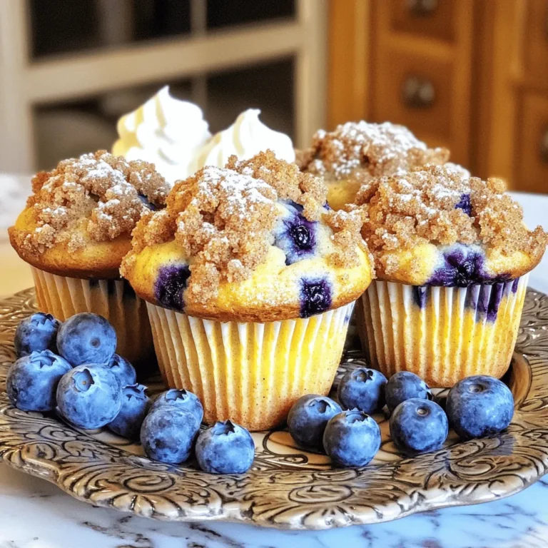 Die Grundzutaten für die Muffins sind einfach und leicht zu finden. Hier ist, was du benötigst: - 1 ½ Tassen Weizenmehl (allzweck) - ¾ Tasse Kristallzucker - ½ Teelöffel Backpulver - ½ Teelöffel Natron - ¼ Teelöffel Salz - ½ Tasse ungesalzene Butter, geschmolzen - 1 großes Ei - ½ Tasse Naturjoghurt (oder saure Sahne) - 1 Teelöffel Vanilleextrakt - 1 ½ Tassen frische Blaubeeren (oder tiefgefrorene) Diese Zutaten bilden die Basis für flaumige und leckere Muffins. Das Mehl gibt Struktur, während der Zucker Süße bringt. Die Butter sorgt für einen reichen Geschmack. Das Streuseltopping gibt den Muffins einen tollen Crunch. Hier sind die Zutaten dafür: - ½ Tasse Weizenmehl (allzweck) - ¼ Tasse Brauner Zucker - ½ Teelöffel gemahlener Zimt - ¼ Tasse ungesalzene Butter, weich Die Kombination aus Mehl, Zucker und Butter ergibt eine perfekte Streuseltextur. Der Zimt bringt ein warmes Aroma, das gut zu den Blaubeeren passt. Wenn du keine frischen Blaubeeren hast, gibt es einige Alternativen: - Tiefgefrorene Blaubeeren: Diese sind leicht verfügbar und oft genauso lecker. - Himbeeren oder Erdbeeren: Diese Früchte bieten ebenfalls einen fruchtigen Geschmack. - Äpfel oder Birnen: Diese können in kleine Stücke geschnitten werden und bringen eine andere Textur. Egal für welche Option du dich entscheidest, die Muffins bleiben köstlich und saftig! Heize deinen Ofen auf 190°C vor. Das sorgt für die richtige Temperatur. Nimm ein Muffinblech und lege es mit Papierförmchen aus. Alternativ kannst du es leicht einfetten. Das hilft, die Muffins später leicht herauszunehmen. Nimm eine große Schüssel. Vermische 1 ½ Tassen Weizenmehl, ¾ Tasse Kristallzucker, ½ Teelöffel Backpulver, ½ Teelöffel Natron und ¼ Teelöffel Salz. Rühre alles gut um, bis es gleichmäßig aussieht. In einer separaten Schüssel vermenge ½ Tasse geschmolzene Butter, 1 großes Ei, ½ Tasse Naturjoghurt und 1 Teelöffel Vanilleextrakt. Rühre, bis die Mischung glatt ist. Gieße die nassen Zutaten langsam zu den trockenen. Rühre vorsichtig, bis alles gerade so vermischt ist. Es ist okay, wenn ein paar Klumpen bleiben. Hebe 1 ½ Tassen frische Blaubeeren vorsichtig unter. Fülle den Teig gleichmäßig in die Muffinförmchen, etwa ¾ voll. Für das Streuseltopping vermenge ½ Tasse Weizenmehl, ¼ Tasse braunen Zucker und ½ Teelöffel Zimt in einer Schüssel. Füge ¼ Tasse weiche Butter hinzu und arbeite alles mit einer Gabel ein, bis du grobe Krümel hast. Streue die Mischung großzügig auf die Muffins. Backe sie 18-22 Minuten. Ein Zahnstocher sollte sauber herauskommen. Lass die Muffins 5 Minuten im Blech abkühlen. Danach kannst du sie auf ein Kuchengitter setzen. Um perfekte Blaubeer-Streusel-Muffins zu backen, achte auf einige wichtige Punkte. Zuerst verwende frische Zutaten. Sie sind der Schlüssel zu einem tollen Geschmack. Mische die trockenen Zutaten gut, damit sich das Backpulver gleichmäßig verteilt. Wenn du die nassen Zutaten hinzufügst, rühre nur kurz. Zu viel Rühren macht die Muffins fest. Lass kleine Klumpen in der Mischung. Diese sorgen für eine lockere Textur. Um dichte Muffins zu vermeiden, halte dich an die richtigen Mengen. Zu viel Mehl kann die Muffins schwer machen. Verwende eine Küchenwaage, um das Mehl genau zu messen. Achte auch auf die Backzeit. Überbacken macht die Muffins trocken. Prüfe, ob sie fertig sind, indem du einen Zahnstocher in die Mitte steckst. Wenn er sauber herauskommt, sind sie bereit. Muffins sind vielseitig! Du kannst die Blaubeeren durch andere Früchte ersetzen. Himbeeren, Erdbeeren oder Äpfel sind tolle Alternativen. Für einen besonderen Kick füge Schokoladenstückchen hinzu. Magst du es nussig? Probiere Walnüsse oder Mandeln. Diese Variationen bringen neuen Geschmack und Spaß in deine Muffins. {{image_4}} Um vegane Blaubeer-Streusel-Muffins zu machen, tauschen Sie das Ei aus. Verwenden Sie einen Esslöffel Leinsamenmehl und drei Esslöffel Wasser. Lassen Sie die Mischung fünf Minuten ruhen. Für den Joghurt nehmen Sie pflanzlichen Joghurt. Pflanzenbasierte Butter ersetzt die ungesalzene Butter. Diese Änderungen machen die Muffins lecker und vegan. Für glutenfreie Blaubeer-Streusel-Muffins nutzen Sie glutenfreies Mehl. Es gibt viele glutenfreie Mehle, die Sie verwenden können. Achten Sie darauf, dass die Mischung gut bindet. Glutenfreies Backen kann etwas anders sein. Fügen Sie eventuell ein Bindemittel wie Xanthan hinzu. So bleiben die Muffins schön fluffig. Möchten Sie die Muffins abwechslungsreich gestalten? Fügen Sie Nüsse oder Schokolade hinzu. Walnüsse oder Pekannüsse passen gut zu den Blaubeeren. Für einen süßeren Geschmack verwenden Sie Schokoladenstückchen. Experimentieren Sie mit Zimt oder Muskatnuss für einen besonderen Kick. Auch Kokosraspel können interessante Aromen bringen. Um deine Blaubeer-Streusel-Muffins frisch zu halten, lege sie in einen luftdichten Behälter. Stelle sicher, dass sie vollständig abgekühlt sind, bevor du sie lagerst. So bleiben sie saftig und lecker. Du kannst sie auch in ein sauberes Küchentuch wickeln. Dies bewahrt die Feuchtigkeit und verhindert, dass sie trocken werden. Achte darauf, die Muffins nicht zu lange offen stehen zu lassen. Wenn du mehr Muffins gebacken hast, kannst du einige einfrieren. Lass sie vollständig abkühlen. Wickele jeden Muffin in Frischhaltefolie und lege sie dann in einen Gefrierbeutel. So bleiben sie bis zu drei Monate frisch. Beschrifte den Beutel mit dem Datum. So weißt du, wann du die Muffins gebacken hast. Zum Auftauen lege sie einfach in den Kühlschrank oder lasse sie bei Raumtemperatur stehen. Um deine Muffins wieder aufzuwärmen, lege sie in den Ofen. Heize den Ofen auf 180°C vor. Backe die Muffins für etwa 5-10 Minuten. Du kannst sie auch in der Mikrowelle erwärmen. Stelle die Mikrowelle auf niedrige Leistung und erwärme jeden Muffin für 10-15 Sekunden. So werden sie warm und weich, fast wie frisch gebacken. Wenn du ein wenig Butter oder Marmelade hinzufügst, schmecken sie noch besser. Dieses Rezept ergibt zwölf leckere Muffins. Sie können die Menge leicht anpassen, wenn Sie mehr oder weniger benötigen. Verdoppeln Sie einfach die Zutaten für zwei Dutzend Muffins. Sie können auch die Backzeit anpassen, wenn Sie andere Größen verwenden. Ja, Sie können tiefgefrorene Blaubeeren verwenden. Sie sind eine tolle Alternative. Achten Sie darauf, die Blaubeeren vorher nicht aufzutauen. So bleiben sie fester und färben den Teig nicht. Fügen Sie sie einfach direkt zum Teig hinzu. Die Muffins bleiben bei Raumtemperatur etwa drei Tage frisch. Lagern Sie sie in einem luftdichten Behälter. Im Kühlschrank halten sie sich bis zu einer Woche. Für längere Haltbarkeit können Sie sie einfrieren. Sie können auch saure Sahne anstelle von Joghurt verwenden. Das gibt den Muffins einen ähnlichen Geschmack. Eine andere Option ist pflanzlicher Joghurt, wenn Sie laktosefrei oder vegan backen möchten. Blaubeer-Streusel-Muffins sind einfach zu machen und schmecken großartig. Wir haben die besten Zutaten und Tipps geteilt, um perfekte Muffins zu backen. Von der Zubereitung bis zur Lagerung haben Sie jetzt alle Infos. Experimentieren Sie mit Variationen wie veganen oder glutenfreien Muffins. So bleibt der Genuss frisch und aufregend. Genießen Sie Ihre Muffins, egal ob warm oder kalt. Probieren Sie die Tipps aus, sie werden den Unterschied machen!