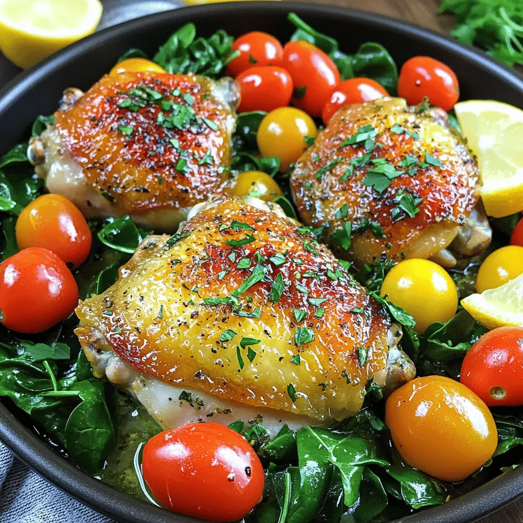 Für dieses einfache Rezept benötigst du: - 4 Hühnchenschenkel, mit Knochen und Haut - 2 Esslöffel Olivenöl - 1 Zitrone (abgerieben und ausgepresst) - 4 Knoblauchzehen, fein gehackt - 1 Teelöffel getrockneter Oregano - 1 Teelöffel frischer Thymian, gehackt (oder ½ Teelöffel getrockneter Thymian) - 1 Teelöffel Rosmarin, gehackt - Salz und Pfeffer nach Geschmack - 1 Tasse natriumreduzierter Hühnerbrühe Diese Zutaten sind wichtig. Sie geben dem Gericht viel Geschmack und Aroma. Die Gewürze und Kräuter sind das Herzstück dieses Gerichts. Der Oregano bringt eine warme Note. Thymian fügt Frische hinzu. Rosmarin gibt einen schönen, erdigen Geschmack. Knoblauch sorgt für ein tolles Aroma. Salz und Pfeffer runden alles ab. Diese Kombination macht die Hühnchenschenkel besonders lecker. Für die Beilagen verwenden wir: - 2 Tassen Babyspinat - 1 Tasse Kirschtomaten, halbiert Der Babyspinat ist gesund und gibt Farbe. Die Kirschtomaten bringen Süße und Saftigkeit. Du kannst auch andere Gemüse hinzufügen, die du magst. Zum Beispiel, Zucchini oder Paprika passen gut. Das Gemüse macht das Gericht bunt und nahrhaft. Heize deinen Ofen auf 200°C vor. Das sorgt für eine gleichmäßige Garung. In einer großen Schüssel mischst du 2 Esslöffel Olivenöl, den abgeriebenen Schalenabrieb und den Saft von 1 Zitrone. Füge 4 fein gehackte Knoblauchzehen, 1 Teelöffel Oregano, 1 Teelöffel frischen Thymian, 1 Teelöffel gehackten Rosmarin, sowie Salz und Pfeffer hinzu. Rühre alles gut um, um eine leckere Marinade zu erhalten. Nimm 4 Hühnchenschenkel und lege sie in die Marinade. Wende sie gut, sodass sie vollständig bedeckt sind. Lass die Hühnchenschenkel mindestens 15 Minuten marinieren. Du kannst sie auch bis zu 2 Stunden im Kühlschrank lassen. So ziehen die Aromen richtig ein. Erhitze etwas Olivenöl in einer großen ofenfesten Pfanne bei mittlerer Hitze. Wenn das Öl heiß ist, lege die Hühnchenschenkel mit der Hautseite nach unten in die Pfanne. Brate sie etwa 5-6 Minuten an. Die Haut sollte goldbraun und knusprig sein. Wende die Hühnchenschenkel vorsichtig. Gieße dann 1 Tasse natriumreduzierte Hühnerbrühe in die Pfanne. Lass die Brühe kurz aufkochen und kratze dabei die angebrannten Reste vom Boden ab. Jetzt ist es Zeit für das Gemüse. Füge 2 Tassen Babyspinat und 1 Tasse halbierte Kirschtomaten um die Hühnchenschenkel hinzu. Stelle die Pfanne in den vorgeheizten Ofen. Backe die Hühnchenschenkel für 25-30 Minuten. Die Innentemperatur sollte 75°C erreichen. Nach dem Garen nimm die Pfanne aus dem Ofen. Lass das Hähnchen einige Minuten ruhen. Garniere es vor dem Servieren mit frischer Petersilie. Die Marinierzeit ist wichtig. Ich empfehle, die Hühnchenschenkel mindestens 15 Minuten zu marinieren. So nehmen sie den Geschmack der Marinade auf. Für intensiveren Geschmack können Sie die Schenkel bis zu zwei Stunden im Kühlschrank marinieren. Dies gibt dem Fleisch Zeit, die Aromen zu absorbieren. Die richtige Temperatur ist entscheidend. Hühnchen sollte immer eine Innentemperatur von 75°C erreichen. Das garantiert, dass es sicher zu essen ist. Verwenden Sie ein Fleischthermometer, um die Temperatur zu überprüfen. So vermeiden Sie, dass das Hühnchen zu trocken wird oder nicht gar ist. Für eine knusprige Haut brate die Hühnchenschenkel zuerst mit der Hautseite nach unten an. Verwenden Sie eine hohe Hitze von etwa mittlerer Stufe. Lassen Sie das Hühnchen nicht zu lange in der Pfanne, um das Ankleben zu verhindern. Achten Sie darauf, dass die Haut gut trocken ist, bevor Sie sie anbraten. Ein weiterer Tipp ist, die Schenkel vor dem Braten leicht mit Salz zu bestreuen. Das hilft, die Feuchtigkeit zu entziehen und macht die Haut knuspriger. {{image_4}} Möchten Sie neue Geschmäcker? Hier sind einige Ideen. Tauschen Sie Oregano gegen Paprika aus. Paprika bringt eine süßliche Note. Verwenden Sie frischen Basilikum statt Thymian. Basilikum sorgt für ein frisches Aroma. Sie können auch Koriander hinzufügen. Koriander hat einen einzigartigen Geschmack, der viele Gerichte bereichert. Haben Sie spezielle diätetische Vorlieben? Kein Problem! Für eine kalorienärmere Version können Sie die Haut der Hühnchenschenkel entfernen. Das verringert Fett und Kalorien. Möchten Sie es vegan? Verwenden Sie stattdessen Tofu oder Kichererbsen. Marinieren Sie diese wie das Hühnchen. Sie erhalten eine leckere, pflanzliche Alternative. Die Präsentation macht das Essen besonders. Servieren Sie die Hühnchenschenkel auf einer großen Platte. Löffeln Sie die Brühe und das Gemüse darüber. Das sieht toll aus! Für Beilagen passen Reis oder Quinoa gut dazu. Sie nehmen die Aromen gut auf. Eine frische Salatmischung bringt noch mehr Farbe auf den Tisch. Probieren Sie es aus und lassen Sie Ihrer Kreativität freien Lauf! Wenn Sie Reste von den Zitronen-Kräuter-Hühnchenschenkeln haben, bewahren Sie diese richtig auf. Lassen Sie das Hähnchen zuerst auf Raumtemperatur abkühlen. Legen Sie die Hühnchenschenkel dann in einen luftdichten Behälter. Fügen Sie etwas von der Brühe hinzu, um das Hähnchen saftig zu halten. Sie können die Reste im Kühlschrank bis zu drei Tage lagern. Zum Aufwärmen verwenden Sie den Ofen. Heizen Sie ihn auf 180°C vor und backen Sie das Hähnchen für 15-20 Minuten. Das Einfrieren ist eine gute Option, wenn Sie mehr Reste haben. Packen Sie die Hühnchenschenkel in einen gefrierfesten Beutel. Entfernen Sie so viel Luft wie möglich, um Gefrierbrand zu vermeiden. Sie können die Schenkel bis zu drei Monate im Gefrierfach aufbewahren. Zum Auftauen legen Sie die Schenkel über Nacht in den Kühlschrank. So bleiben sie frisch. Die Haltbarkeit der Reste hängt von der Lagerung ab. Im Kühlschrank bleiben sie etwa drei Tage gut. Im Gefrierfach können sie bis zu drei Monate haltbar sein. Verwenden Sie die Reste kreativ! Sie können sie in Salate, Wraps oder sogar in einer Suppe verwenden. So geben Sie den Resten ein neues Leben. Hühnchenschenkel sollten mindestens 15 Minuten marinieren. So nehmen sie den Geschmack gut auf. Für einen intensiveren Geschmack empfehle ich, sie bis zu 2 Stunden im Kühlschrank zu lassen. Dies macht das Fleisch zarter und voller Aromen. Wenn Sie Zeit haben, versuchen Sie die längere Marinierzeit. Es lohnt sich! Zu den Zitronen-Kräuter-Hühnchenschenkeln passen viele Beilagen gut. Hier sind einige Ideen: - Reis oder Quinoa - Geröstetes Gemüse, wie Karotten oder Zucchini - Ein frischer grüner Salat - Knuspriges Brot zum Dippen in die Brühe Diese Beilagen ergänzen das Gericht und bringen mehr Vielfalt auf den Teller. Sie können auch einfach das Gemüse in der Pfanne verwenden, um Zeit zu sparen. Ja, Sie können Hähnchenbrust verwenden. Die Garzeit wird jedoch kürzer sein. Hähnchenbrust benötigt etwa 20-25 Minuten im Ofen. Achten Sie darauf, die Innentemperatur zu überprüfen. Sie sollte 75°C erreichen. Hähnchenbrust bleibt zart, wenn Sie sie nicht zu lange garen. Die Marinade funktioniert auch hier gut und gibt viel Geschmack. Dieses Rezept für Ein-Pfanne Zitronen-Kräuter-Hühnchenschenkel vereinfacht das Kochen. Wir haben alle Zutaten, Schritte und Tipps besprochen. Du weißt jetzt, wie du Hühnchen perfekt marinierst und garst. Variationen und Lagermöglichkeiten helfen dir, kreativ zu sein. Nutze die FAQs für zusätzliche Klarheit. Du kannst schmackhafte Gerichte zaubern, die auch mit Resten einfach zuzubereiten sind. Mit diesen Tipps machst du jedes Mal ein leckeres Essen. Jetzt ist es an der Zeit, die Küche zu betreten und loszulegen!