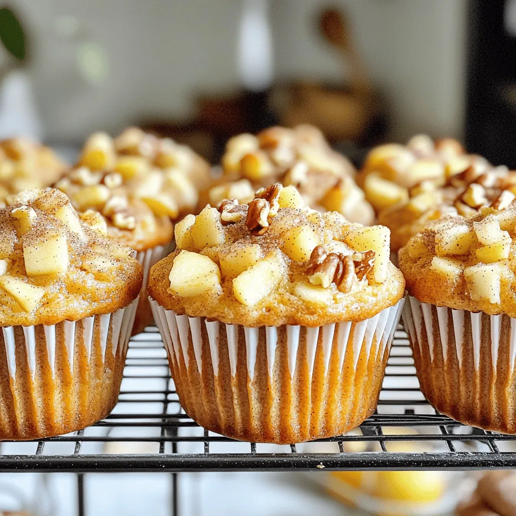 Für diese leckeren Muffins brauchst du: - 2 Tassen Allzweckmehl - 1 Tasse Zucker - 2 Teelöffel Backpulver - 1/2 Teelöffel Natron - 1 Teelöffel gemahlener Zimt - 1/2 Teelöffel Salz - 1/2 Tasse ungesalzene Butter, geschmolzen - 1 großes Ei - 1 Teelöffel Vanilleextrakt - 1 Tasse Buttermilch - 2 Tassen Äpfel, geschält, entkernt und gewürfelt (vorzugsweise Granny Smith) - 1/2 Tasse gehackte Pekannüsse (optional) - Topping: 1/4 Tasse brauner Zucker und 1 Teelöffel Zimt (zum Bestreuen) Für die Zubereitung benötigst du: - Eine große Schüssel - Eine separate Schüssel für die feuchten Zutaten - Einen Schneebesen - Ein Muffinblech - Papierförmchen oder etwas zum Einfetten - Einen Messbecher und Löffel - Ein Backofen Die Wahl der Äpfel ist wichtig. Ich empfehle Granny Smith. Sie sind fest und sauer. Diese Äpfel geben den Muffins einen tollen Geschmack. Achte darauf, dass die Äpfel frisch und knackig sind. Vermeide Äpfel mit Druckstellen oder braunen Flecken. Du kannst auch andere Sorten probieren. Jonagold oder Honeycrisp sind süß und lecker. Mische verschiedene Äpfel, um den Geschmack zu variieren. Zuerst heizen Sie den Ofen auf 175°C (350°F) vor. Wählen Sie ein Muffinblech und legen Sie es mit Papierförmchen aus oder fetten Sie es leicht ein. Dies macht das Herausnehmen der Muffins nach dem Backen einfach. In einer großen Schüssel vermischen Sie die trockenen Zutaten. Geben Sie dazu 2 Tassen Allzweckmehl, 1 Tasse Zucker, 2 Teelöffel Backpulver, 1/2 Teelöffel Natron, 1 Teelöffel gemahlenen Zimt und 1/2 Teelöffel Salz hinein. Rühren Sie alles gut um. In einer separaten Schüssel vermengen Sie die feuchten Zutaten. Fügen Sie 1/2 Tasse geschmolzene Butter, 1 großes Ei, 1 Teelöffel Vanilleextrakt und 1 Tasse Buttermilch hinzu. Rühren Sie alles mit einem Schneebesen, bis die Mischung glatt ist. Gießen Sie die feuchten Zutaten über die trockenen. Mischen Sie alles vorsichtig, bis es gerade so kombiniert ist. Ein paar Klümpchen sind in Ordnung. Fügen Sie dann 2 Tassen gewürfelte Äpfel und optional 1/2 Tasse gehackte Pekannüsse hinzu. Verteilen Sie den Teig gleichmäßig auf die Muffinförmchen. Füllen Sie jedes Förmchen etwa zu 2/3. In einer kleinen Schüssel vermischen Sie 1/4 Tasse braunen Zucker und 1 Teelöffel Zimt für das Topping. Streuen Sie diese Mischung großzügig über die Muffins. Backen Sie die Muffins im vorgeheizten Ofen für 18-20 Minuten. Überprüfen Sie die Muffins, indem Sie einen Zahnstocher in die Mitte stecken. Er sollte sauber herauskommen. Lassen Sie die Muffins 5 Minuten im Blech abkühlen. Danach legen Sie sie auf ein Kuchengitter, um vollständig abzukühlen. Um die perfekte Textur zu erreichen, mischen Sie die Zutaten vorsichtig. Übermixen führt zu dichten Muffins. Wenn der Teig klumpig ist, ist das in Ordnung. Die Äpfel bringen Feuchtigkeit und helfen, die Muffins saftig zu machen. Verwenden Sie Granny Smith Äpfel für den besten Geschmack und die richtige Süße. Ein häufiger Fehler ist, die Muffins zu lange zu backen. Achten Sie darauf, die Zeit im Auge zu behalten. Ein Zahnstocher sollte sauber herauskommen. Auch das Fetten des Muffinblechs wird oft vergessen. Verwenden Sie Papierförmchen oder fetten Sie es gut ein, damit die Muffins nicht kleben bleiben. Wenn Sie keinen Zucker verwenden wollen, probieren Sie Honig oder Ahornsirup. Für eine glutenfreie Version ersetzen Sie das Allzweckmehl durch eine glutenfreie Mischung. Wenn Sie keine Buttermilch haben, können Sie auch Milch mit einem Spritzer Zitrone verwenden. Dies macht die Milch sauer und funktioniert gut für das Rezept. {{image_4}} Möchten Sie Ihre Muffins aufpeppen? Fügen Sie Schokolade oder Trockenfrüchte hinzu! Schokoladenstückchen machen die Muffins süßer und schokoladiger. Trockenfrüchte wie Rosinen oder Cranberries bringen eine fruchtige Note. Mischen Sie etwa 1/2 Tasse Ihrer Wahl in den Teig. Achten Sie darauf, dass die zusätzlichen Zutaten die Feuchtigkeit nicht zu sehr verändern. Für eine glutenfreie Variante können Sie das Allzweckmehl ersetzen. Verwenden Sie eine glutenfreie Mehlmischung. Diese Mischungen sind oft gut für Muffins geeignet. Halten Sie die Menge gleich, also 2 Tassen. Prüfen Sie auch, ob Ihre Backpulver glutenfrei ist. So bleiben die Muffins lecker und jeder kann sie genießen. Wenn Sie eine vegane Option wünschen, ersetzen Sie das Ei und die Butter. Ein Apfelmus oder eine Banane kann als Ei-Ersatz dienen. Verwenden Sie etwa 1/4 Tasse Apfelmus pro Ei. Für die Butter nutzen Sie vegane Margarine oder Kokosöl. Auch die Buttermilch kann durch pflanzliche Milch mit einem Spritzer Essig ersetzt werden. So bleibt der Muffin saftig und lecker. Um die Muffins frisch zu halten, lege sie in einen luftdichten Behälter. Du kannst auch ein Stück Brot hinzufügen. Das Brot hilft, die Feuchtigkeit zu halten. Lagere die Muffins bei Raumtemperatur. So bleiben sie für etwa drei Tage saftig und lecker. Wenn du sie länger aufbewahren möchtest, ist das Einfrieren eine gute Option. Du kannst die Muffins leicht einfrieren. Lass sie zuerst vollständig abkühlen. Wickel sie dann einzeln in Frischhaltefolie. Lege sie in einen gefrierfesten Beutel. So bleiben sie bis zu drei Monate frisch. Wenn du Lust auf einen Muffin hast, hole einfach einen heraus und lasse ihn bei Raumtemperatur auftauen. Um die Muffins wieder aufzuwärmen, nimm sie aus der Verpackung. Heize den Ofen auf 175°C vor. Lege die Muffins für etwa fünf bis zehn Minuten hinein. So werden sie warm und weich. Du kannst sie auch in der Mikrowelle aufwärmen. Stelle die Mikrowelle auf 10 bis 15 Sekunden ein. So genießen deine Muffins ihren besten Geschmack. Die Muffins bleiben frisch für etwa drei Tage, wenn Sie sie richtig lagern. Bewahren Sie sie in einem luftdichten Behälter auf. So bleibt die Feuchtigkeit drin und die Muffins bleiben saftig. Wenn Sie sie in den Kühlschrank legen, können sie bis zu einer Woche halten. Aber denken Sie daran, dass die Textur sich ändern kann. Ja, Sie können die Muffins am Vortag backen. Sie schmecken auch am nächsten Tag gut. Lassen Sie sie einfach gut abkühlen und lagern Sie sie in einem luftdichten Behälter. Vor dem Servieren können Sie sie leicht aufwärmen. Das bringt den Geschmack zurück und macht sie wieder warm und lecker. Die besten Äpfel sind Granny Smith oder Honeycrisp. Granny Smith gibt einen tollen, sauren Geschmack. Honeycrisp ist süßer und knuspriger. Beide Sorten sorgen für eine gute Textur und tollen Geschmack in den Muffins. Wählen Sie frische, feste Äpfel für das beste Ergebnis. In diesem Artikel habe ich die wichtigsten Zutaten und Utensilien für leckere Muffins vorgestellt. Du hast gelernt, wie man den Teig zubereitet und perfekte Muffins bäckt. Tipps halfen dir, Fehler zu vermeiden und die Textur zu verbessern. Zudem habe ich Variationen und Lagerungstipps für lange Frische gegeben. Achte darauf, frische Äpfel auszuwählen und experimentiere mit neuen Zutaten. So gelingen deine Muffins immer wieder!