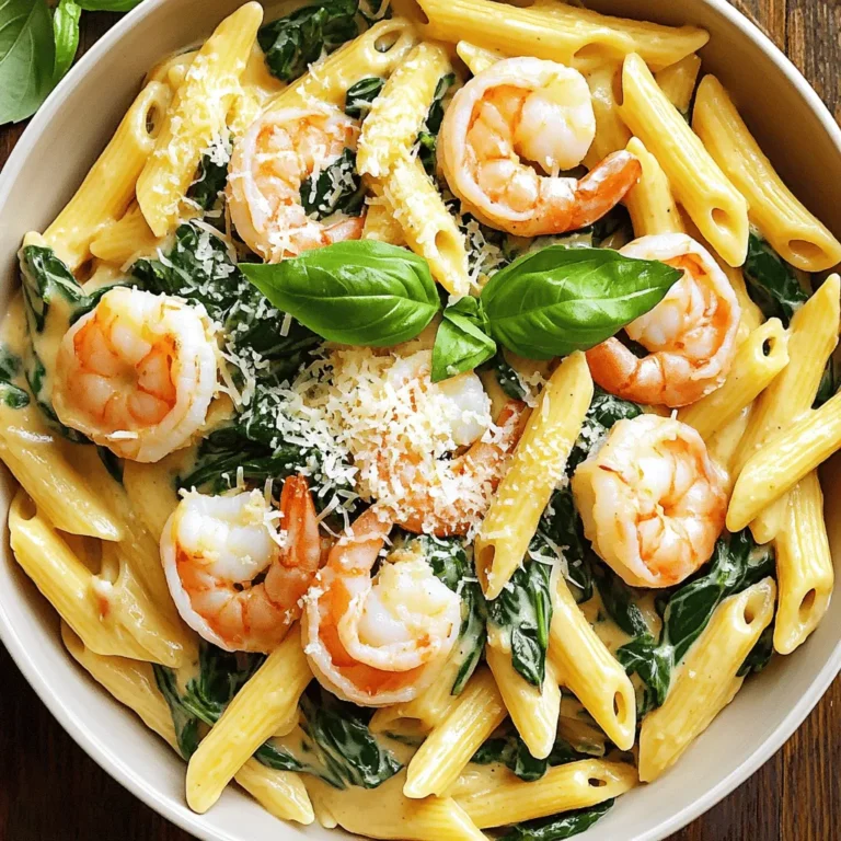 Für dieses leckere Gericht benötigst du folgende Zutaten: - 225 Gramm Penne Pasta - 450 Gramm große Garnelen, geschält und entdarmt - 3 Tassen frischer Spinat, grob gehackt - 240 Milliliter Sahne - 100 Gramm geriebener Mozzarella-Käse - 50 Gramm geriebener Parmesan-Käse - 3 Knoblauchzehen, fein gehackt - 1 Esslöffel Olivenöl - 1/2 Teelöffel rote Pfefferflocken (optional) - Salz und Pfeffer nach Geschmack - Frische Basilikumblätter zur Garnitur (optional) Diese Zutaten sorgen für einen tollen Geschmack und eine cremige Textur. Du wirst die Kombination aus Käse, Garnelen und Spinat lieben! Die Hauptzutaten bieten viele Nährstoffe: - Penne Pasta: Eine gute Quelle für Kohlenhydrate, die dir Energie geben. - Garnelen: Reich an Protein und Omega-3-Fettsäuren, gut für das Herz. - Spinat: Voller Vitamine A, C und K. Er unterstützt das Immunsystem und die Augen. - Sahne: Liefert Kalzium und Fett, was für eine cremige Sauce wichtig ist. - Käse: Enthält Protein und Kalzium, was gut für die Knochen ist. Die Kombination dieser Zutaten macht das Gericht nicht nur lecker, sondern auch nahrhaft. Beim Kauf von Garnelen solltest du Folgendes beachten: - Frische: Achte darauf, dass die Garnelen frisch riechen und eine feste Textur haben. - Herkunft: Kaufe Garnelen aus nachhaltiger Zucht oder Wildfang. - Größe: Große Garnelen bieten mehr Biss und Geschmack. - Schale: Wähle geschälte und entdarmte Garnelen für eine einfache Zubereitung. Diese Tipps helfen dir, die besten Garnelen für dein Rezept auszuwählen. So wird dein Käse Shrimp Spinat Penne noch besser! Um die Penne Pasta perfekt zu kochen, bringe einen großen Topf mit Wasser zum Kochen. Füge eine großzügige Menge Salz hinzu, etwa einen Esslöffel. Gib die Penne hinein und koche sie nach den Anweisungen auf der Verpackung. Das Ziel ist al dente, also leicht bissfest. Wenn die Pasta fertig ist, gieße sie ab und stelle sie beiseite. Es ist wichtig, die Pasta nicht zu lange zu kochen, da sie sonst matschig wird. In einer großen Pfanne erhitzt du einen Esslöffel Olivenöl. Bei mittlerer Hitze füge die fein gehackten Knoblauchzehen hinzu. Lass den Knoblauch etwa 30 Sekunden braten, bis er duftet. Jetzt kommen die Garnelen in die Pfanne. Würze sie mit Salz, Pfeffer und, wenn du magst, roten Pfefferflocken. Brate die Garnelen 2-3 Minuten, bis sie rosa und durchgegart sind. Nachdem sie fertig sind, nimm sie aus der Pfanne und lege sie beiseite. In derselben Pfanne, in der du die Garnelen gebraten hast, gieße die Sahne hinein. Reduziere die Hitze und lasse die Sahne 2-3 Minuten köcheln. Rühre dabei ständig, bis sie leicht eindickt. Jetzt kommt der beste Teil: die Käse. Füge nach und nach den geriebenen Mozzarella- und Parmesan-Käse hinzu. Rühre weiter, bis der Käse schmilzt und die Sauce cremig wird. Schließlich gib den grob gehackten Spinat dazu und rühre, bis er verwelkt. Das Ergebnis ist eine köstliche, cremige Käsesauce, die perfekt zu deiner Pasta passt. Um die Käsesauce perfekt zu machen, achte auf die Hitze. Halte die Hitze niedrig, wenn du die Sahne hinzufügst. Zu hohe Hitze kann die Sauce trennen. Rühre ständig, damit alles gut vermischt wird. Ein weiterer Tipp: Füge den Käse nach und nach hinzu. So schmilzt er besser und wird cremiger. Wenn die Sauce zu dick ist, kannst du etwas mehr Sahne hinzufügen. Das sorgt für eine glatte Textur. Ein häufiger Fehler ist, die Garnelen zu lange zu kochen. Sie sollten nur 2-3 Minuten in der Pfanne sein. Wenn sie zu lange kochen, werden sie gummiartig. Achte darauf, dass sie schön rosa werden. Ein weiterer Fehler ist, die Garnelen nicht zu würzen. Salz, Pfeffer und rote Pfefferflocken bringen den Geschmack zur Geltung. Wenn du das nicht machst, kann das Gericht fade schmecken. Präsentation ist wichtig! Serviere die Pasta in großen Schalen. Das macht das Gericht einladend. Garniere mit frischen Basilikumblättern für Farbe. Streue etwas Parmesan-Käse obenauf für einen schönen Effekt. Du kannst auch ein wenig Olivenöl darüber träufeln. Das gibt einen zusätzlichen Glanz und macht das Gericht noch köstlicher. Achte darauf, dass die Portionen gleichmäßig verteilt sind, damit jeder die gleiche Menge sieht. {{image_4}} Wenn du keine Garnelen magst oder eine vegetarische Option wünschst, ist das kein Problem. Du kannst die Garnelen einfach weglassen. Stattdessen kannst du mehr Gemüse hinzufügen. Zum Beispiel eignen sich Zucchini, Paprika oder Champignons gut. Diese Gemüse sorgen für einen frischen Geschmack. Die Gewürze machen dein Gericht besonders. Du kannst rote Pfefferflocken für etwas Schärfe nutzen. Wenn du es milder magst, lasse sie einfach weg. Auch Kräuter wie Oregano oder Thymian passen gut. Sie geben dem Gericht einen neuen Twist. Ein Spritzer Zitronensaft am Ende bringt Frische und Helligkeit. Wenn du glutenfrei essen musst, gibt es tolle Alternativen. Du kannst glutenfreie Penne Pasta verwenden. Diese gibt es in vielen Supermärkten. Auch die anderen Zutaten sind meist glutenfrei. Achte jedoch auf die Sahne und Käse. Sie sollten ohne Zusatzstoffe sein. So bleibt dein Gericht lecker und gesund. Um die Reste von Käse Shrimp Spinat Penne richtig zu lagern, lege sie in einen luftdichten Behälter. Lass die Speisen vorher abkühlen. So bleiben die Aromen frisch. Du kannst die Reste auch in Portionen aufteilen. Das hilft dir, die Menge zu kontrollieren. Um die Reste wieder aufzuwärmen, kannst du die Mikrowelle nutzen. Stelle die Mikrowelle auf mittlere Hitze und decke das Gericht ab. So bleibt die Feuchtigkeit erhalten. Alternativ kannst du die Pfanne verwenden. Erhitze das Gericht bei schwacher Hitze und füge etwas Sahne hinzu. Das macht die Sauce cremiger. Im Kühlschrank hält sich die Pasta bis zu drei Tage. Achte darauf, dass der Behälter gut verschlossen ist. Im Gefrierschrank kannst du die Reste bis zu drei Monate lagern. Verpacke sie gut, um Frostbrand zu vermeiden. Zum Auftauen lege die gefrorene Portion über Nacht in den Kühlschrank. Die Zubereitung von Käse Shrimp Spinat Penne dauert etwa 30 Minuten. Du benötigst 10 Minuten für die Vorbereitung und 20 Minuten zum Kochen. Diese Zeit ist perfekt für ein schnelles, leckeres Abendessen. Ja, du kannst gefrorenen Spinat verwenden. Achte darauf, den Spinat gut abzutropfen, bevor du ihn hinzufügst. Gefrorener Spinat hat oft mehr Wasser. Das kann die Sauce beeinflussen. Frischer Spinat hat jedoch einen besseren Geschmack und Textur. Zu Käse Shrimp Spinat Penne passen verschiedene Beilagen. Ein frischer grüner Salat ergänzt das Gericht gut. Auch Knoblauchbrot oder ein einfaches Baguette sind tolle Optionen. Diese Beilagen runden das Essen ab und sorgen für ein köstliches Mahl. Die Käse Shrimp Spinat Penne bietet viele köstliche Möglichkeiten. Wir haben die Hauptzutaten, ihre Vorteile und die besten Tipps zur Auswahl von Garnelen besprochen. Du hast nun eine Schritt-für-Schritt-Anleitung, um die perfekte Pasta zuzubereiten. Wir haben auch Variationen für jeden Geschmack vorgestellt, und nützliche Informationen zur Lagerung gegeben. Vergiss nicht, beim Kochen kreativ zu sein und deine eigenen Anpassungen vorzunehmen. So machst du das Gericht einzigartig. Guten Appetit!
