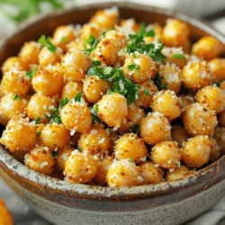 - 1 Dose (425 g) Kichererbsen, abgetropft und abgespült - 2 Esslöffel Olivenöl - 2 Teelöffel Knoblauchpulver - 1 Teelöffel Zwiebelpulver - 1/2 Teelöffel geräuchertes Paprikapulver - 1/4 Teelöffel Cayennepfeffer (optional für Schärfe) - 1/2 Teelöffel Salz - 1/4 Teelöffel schwarzer Pfeffer - 1/4 Tasse geriebener Parmesan Die Kichererbsen sind die Basis. Sie sind nahrhaft und lecker. Olivenöl sorgt für die richtige Textur. Knoblauchpulver bringt den typischen Geschmack. Zwiebelpulver ergänzt das Aroma. Geräuchertes Paprikapulver gibt einen tollen Kick. Cayennepfeffer macht es scharf, wenn Sie das mögen. Salz und Pfeffer runden alles ab. Parmesan verleiht den Kichererbsen eine köstliche, salzige Note. - Knoblauchpulver ist wichtig für den Knoblauchgeschmack. - Zwiebelpulver gibt Tiefe und Süße. - Geräuchertes Paprikapulver bringt eine rauchige Note. - Cayennepfeffer fügt eine scharfe Dimension hinzu. - Salz und Pfeffer sind unverzichtbar für den Geschmack. Die Kombination dieser Gewürze macht die Kichererbsen besonders schmackhaft. Achten Sie darauf, die Gewürze gut zu mischen. So decken sie alle Kichererbsen gleichmäßig ab. - Frische Petersilie, gehackt - Zusätzlicher Parmesan zum Bestreuen Petersilie bringt Farbe und Frische. Sie ist ein toller Kontrast zu den knusprigen Kichererbsen. Mehr Parmesan macht das Gericht noch reichhaltiger. Servieren Sie die Kichererbsen in einer schönen Schüssel. So sehen sie appetitlich aus und sind bereit für jeden Snack-Liebhaber. Heizen Sie Ihre Heißluftfritteuse auf 200°C (400°F) vor. Dies dauert etwa 5 Minuten. Durch das Vorheizen wird die Fritteuse heiß genug, um die Kichererbsen gleichmäßig zu garen. So erreichen Sie die perfekte Knusprigkeit. Nehmen Sie eine Dose Kichererbsen (425 g) und lassen Sie sie abtropfen. Spülen Sie sie anschließend mit Wasser ab. Tupfen Sie die Kichererbsen mit einem Papiertuch trocken. Dieser Schritt entfernt die Feuchtigkeit. Trockene Kichererbsen werden knuspriger. In einer großen Schüssel geben Sie die Kichererbsen. Fügen Sie 2 Esslöffel Olivenöl hinzu. Danach kommen 2 Teelöffel Knoblauchpulver, 1 Teelöffel Zwiebelpulver, 1/2 Teelöffel geräuchertes Paprikapulver, 1/4 Teelöffel Cayennepfeffer (optional), 1/2 Teelöffel Salz und 1/4 Teelöffel schwarzen Pfeffer dazu. Mischen Sie alles gut. Achten Sie darauf, dass jede Kichererbse gleichmäßig gewürzt ist. Geben Sie dann 1/4 Tasse geriebenen Parmesan hinzu. Schwenken Sie die Kichererbsen erneut, bis der Käse gut verteilt ist. Legen Sie die gewürzten Kichererbsen in die Fritteusenschale. Achten Sie darauf, die Kichererbsen in einer einzigen Schicht zu platzieren. Überfüllen Sie die Schale nicht. Frittieren Sie die Kichererbsen 15-18 Minuten lang. Schütteln Sie die Schale zur Halbzeit, damit sie gleichmäßig knusprig werden. Behalten Sie die Kichererbsen im Auge. Sie sollten goldbraun und knusprig sein, aber nicht verbrennen. Nach dem Frittieren nehmen Sie sie heraus und lassen Sie sie kurz abkühlen. Garnieren Sie sie vor dem Servieren mit frischer, gehackter Petersilie. Um knusprige Kichererbsen zu machen, müssen Sie sie gut trocknen. Feuchtigkeit macht sie weich. Tupfen Sie sie mit einem Papiertuch ab, bevor Sie sie würzen. Ein weiterer Tipp ist das Vorheizen der Heißluftfritteuse. Dies sorgt für eine gleichmäßige Hitze und eine tolle Textur. Legen Sie die Kichererbsen in einer einzigen Schicht hinein. Überfüllung kann sie dampfen lassen, anstatt sie knusprig zu machen. Ein häufiger Fehler ist, die Kichererbsen nicht richtig zu würzen. Stellen Sie sicher, dass alle Kichererbsen gleichmäßig mit Öl und Gewürzen bedeckt sind. Ein weiterer Fehler ist, sie zu lange zu garen. Behalten Sie die Kichererbsen im Auge. Schütteln Sie den Korb während des Garens, um ein gleichmäßiges Crisping zu erreichen. So vermeiden Sie verbrannte Stellen und stellen sicher, dass sie golden werden. Servieren Sie die Kichererbsen in einer kleinen Schüssel oder Ramekin. Garniert mit frischer, gehackter Petersilie, sehen sie toll aus. Diese Kichererbsen passen gut zu einem frischen Beilagensalat oder einem Dip aus Hummus. Sie sind perfekt als Snack oder als gesunde Beilage zu jedem Gericht. {{image_4}} Sie können Kichererbsen mit vielen Gewürzen anpassen. Probieren Sie Kreuzkümmel für einen warmen Geschmack. Curry-Pulver gibt einen tollen indischen Twist. Für etwas mehr Frische verwenden Sie Zitronenschale oder Dill. Experimentieren Sie mit Ihren Lieblingsgewürzen. Jeder Biss wird einzigartig schmecken. Wenn Sie keinen Parmesan verwenden möchten, gibt es gute Alternativen. Nutritional Yeast gibt einen nussigen Geschmack. Veganer Käse ist eine weitere Option. Feta kann ebenfalls eine interessante Wahl sein. Diese Alternativen bringen neuen Geschmack in Ihre Kichererbsen. Für ein veganes Rezept ersetzen Sie einfach den Parmesan. Nutritional Yeast funktioniert bestens. Sie können die Kichererbsen auch mit zusätzlichem Olivenöl und Gewürzen aufpeppen. Das sorgt für einen leckeren und gesunden Snack. Ihr veganes Gericht wird trotzdem knusprig und lecker. Um Reste von Krossen Knoblauch-Parmesan Kichererbsen aufzubewahren, lassen Sie sie zuerst abkühlen. Nehmen Sie ein luftdichtes Gefäß und geben Sie die Kichererbsen hinein. Stellen Sie sicher, dass keine Feuchtigkeit vorhanden ist, um die Knusprigkeit zu bewahren. Sie können die Kichererbsen bis zu drei Tage im Kühlschrank lagern. Wenn Sie die Kichererbsen wieder aufwärmen möchten, verwenden Sie die Heißluftfritteuse. Stellen Sie die Fritteuse auf 180°C ein und erwärmen Sie die Kichererbsen für etwa fünf Minuten. Dies hilft, die Knusprigkeit zurückzubringen. Vermeiden Sie die Mikrowelle, da dies die Kichererbsen weich macht. Die Kichererbsen bleiben im Kühlschrank drei Tage frisch. Am besten genießen Sie sie frisch, direkt nach dem Frittieren. Sie können sie auch als Snack oder als Beilage zu Salaten verwenden. Sie eignen sich hervorragend für Partys oder als gesunde Snacks. Gekochte Kichererbsen bleiben bei Raumtemperatur etwa zwei Stunden frisch. Im Kühlschrank halten sie bis zu fünf Tage in einem luftdichten Behälter. Wenn du sie länger lagern möchtest, friere sie ein. So bleiben sie bis zu drei Monate haltbar. Ja, du kannst frische Kichererbsen verwenden. Koche sie jedoch zuerst, da sie roh schwer verdaulich sind. Frische Kichererbsen brauchen etwa 1 bis 2 Stunden zum Kochen, abhängig von ihrer Größe. Danach kannst du sie wie die Dosen-Kichererbsen würzen und frittieren. Kichererbsen passen gut zu vielen Dips. Hummus ist eine tolle Wahl. Du kannst auch Joghurt mit Kräutern oder einen scharfen Salsa-Dip probieren. Diese Dips ergänzen den Geschmack der Kichererbsen perfekt und machen sie noch leckerer. Die knusprigen Knoblauch-Parmesan-Kichererbsen sind einfach zuzubereiten. Wir haben die wichtigsten Zutaten, Schritte und Tipps durchgegangen. Denke an verschiedene Gewürze, um Abwechslung zu schaffen. Du kannst auch vegane Optionen ausprobieren. Halte die Reste gut, damit du sie später genießen kannst. Es gibt zahlreiche Möglichkeiten, diesen Snack zu variieren und zu servieren. Mit diesen Informationen kannst du leckere und gesunde Snacks zubereiten. Probiere es aus und überrasche deine Gäste!