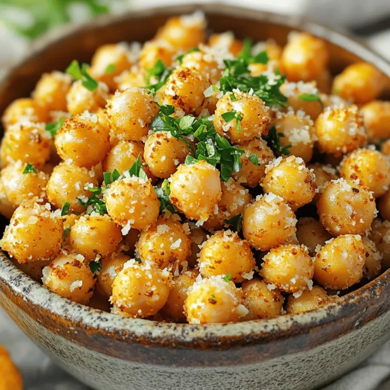 - 1 Dose (425 g) Kichererbsen, abgetropft und abgespült - 2 Esslöffel Olivenöl - 2 Teelöffel Knoblauchpulver - 1 Teelöffel Zwiebelpulver - 1/2 Teelöffel geräuchertes Paprikapulver - 1/4 Teelöffel Cayennepfeffer (optional für Schärfe) - 1/2 Teelöffel Salz - 1/4 Teelöffel schwarzer Pfeffer - 1/4 Tasse geriebener Parmesan Die Kichererbsen sind die Basis. Sie sind nahrhaft und lecker. Olivenöl sorgt für die richtige Textur. Knoblauchpulver bringt den typischen Geschmack. Zwiebelpulver ergänzt das Aroma. Geräuchertes Paprikapulver gibt einen tollen Kick. Cayennepfeffer macht es scharf, wenn Sie das mögen. Salz und Pfeffer runden alles ab. Parmesan verleiht den Kichererbsen eine köstliche, salzige Note. - Knoblauchpulver ist wichtig für den Knoblauchgeschmack. - Zwiebelpulver gibt Tiefe und Süße. - Geräuchertes Paprikapulver bringt eine rauchige Note. - Cayennepfeffer fügt eine scharfe Dimension hinzu. - Salz und Pfeffer sind unverzichtbar für den Geschmack. Die Kombination dieser Gewürze macht die Kichererbsen besonders schmackhaft. Achten Sie darauf, die Gewürze gut zu mischen. So decken sie alle Kichererbsen gleichmäßig ab. - Frische Petersilie, gehackt - Zusätzlicher Parmesan zum Bestreuen Petersilie bringt Farbe und Frische. Sie ist ein toller Kontrast zu den knusprigen Kichererbsen. Mehr Parmesan macht das Gericht noch reichhaltiger. Servieren Sie die Kichererbsen in einer schönen Schüssel. So sehen sie appetitlich aus und sind bereit für jeden Snack-Liebhaber. Heizen Sie Ihre Heißluftfritteuse auf 200°C (400°F) vor. Dies dauert etwa 5 Minuten. Durch das Vorheizen wird die Fritteuse heiß genug, um die Kichererbsen gleichmäßig zu garen. So erreichen Sie die perfekte Knusprigkeit. Nehmen Sie eine Dose Kichererbsen (425 g) und lassen Sie sie abtropfen. Spülen Sie sie anschließend mit Wasser ab. Tupfen Sie die Kichererbsen mit einem Papiertuch trocken. Dieser Schritt entfernt die Feuchtigkeit. Trockene Kichererbsen werden knuspriger. In einer großen Schüssel geben Sie die Kichererbsen. Fügen Sie 2 Esslöffel Olivenöl hinzu. Danach kommen 2 Teelöffel Knoblauchpulver, 1 Teelöffel Zwiebelpulver, 1/2 Teelöffel geräuchertes Paprikapulver, 1/4 Teelöffel Cayennepfeffer (optional), 1/2 Teelöffel Salz und 1/4 Teelöffel schwarzen Pfeffer dazu. Mischen Sie alles gut. Achten Sie darauf, dass jede Kichererbse gleichmäßig gewürzt ist. Geben Sie dann 1/4 Tasse geriebenen Parmesan hinzu. Schwenken Sie die Kichererbsen erneut, bis der Käse gut verteilt ist. Legen Sie die gewürzten Kichererbsen in die Fritteusenschale. Achten Sie darauf, die Kichererbsen in einer einzigen Schicht zu platzieren. Überfüllen Sie die Schale nicht. Frittieren Sie die Kichererbsen 15-18 Minuten lang. Schütteln Sie die Schale zur Halbzeit, damit sie gleichmäßig knusprig werden. Behalten Sie die Kichererbsen im Auge. Sie sollten goldbraun und knusprig sein, aber nicht verbrennen. Nach dem Frittieren nehmen Sie sie heraus und lassen Sie sie kurz abkühlen. Garnieren Sie sie vor dem Servieren mit frischer, gehackter Petersilie. Um knusprige Kichererbsen zu machen, müssen Sie sie gut trocknen. Feuchtigkeit macht sie weich. Tupfen Sie sie mit einem Papiertuch ab, bevor Sie sie würzen. Ein weiterer Tipp ist das Vorheizen der Heißluftfritteuse. Dies sorgt für eine gleichmäßige Hitze und eine tolle Textur. Legen Sie die Kichererbsen in einer einzigen Schicht hinein. Überfüllung kann sie dampfen lassen, anstatt sie knusprig zu machen. Ein häufiger Fehler ist, die Kichererbsen nicht richtig zu würzen. Stellen Sie sicher, dass alle Kichererbsen gleichmäßig mit Öl und Gewürzen bedeckt sind. Ein weiterer Fehler ist, sie zu lange zu garen. Behalten Sie die Kichererbsen im Auge. Schütteln Sie den Korb während des Garens, um ein gleichmäßiges Crisping zu erreichen. So vermeiden Sie verbrannte Stellen und stellen sicher, dass sie golden werden. Servieren Sie die Kichererbsen in einer kleinen Schüssel oder Ramekin. Garniert mit frischer, gehackter Petersilie, sehen sie toll aus. Diese Kichererbsen passen gut zu einem frischen Beilagensalat oder einem Dip aus Hummus. Sie sind perfekt als Snack oder als gesunde Beilage zu jedem Gericht. {{image_4}} Sie können Kichererbsen mit vielen Gewürzen anpassen. Probieren Sie Kreuzkümmel für einen warmen Geschmack. Curry-Pulver gibt einen tollen indischen Twist. Für etwas mehr Frische verwenden Sie Zitronenschale oder Dill. Experimentieren Sie mit Ihren Lieblingsgewürzen. Jeder Biss wird einzigartig schmecken. Wenn Sie keinen Parmesan verwenden möchten, gibt es gute Alternativen. Nutritional Yeast gibt einen nussigen Geschmack. Veganer Käse ist eine weitere Option. Feta kann ebenfalls eine interessante Wahl sein. Diese Alternativen bringen neuen Geschmack in Ihre Kichererbsen. Für ein veganes Rezept ersetzen Sie einfach den Parmesan. Nutritional Yeast funktioniert bestens. Sie können die Kichererbsen auch mit zusätzlichem Olivenöl und Gewürzen aufpeppen. Das sorgt für einen leckeren und gesunden Snack. Ihr veganes Gericht wird trotzdem knusprig und lecker. Um Reste von Krossen Knoblauch-Parmesan Kichererbsen aufzubewahren, lassen Sie sie zuerst abkühlen. Nehmen Sie ein luftdichtes Gefäß und geben Sie die Kichererbsen hinein. Stellen Sie sicher, dass keine Feuchtigkeit vorhanden ist, um die Knusprigkeit zu bewahren. Sie können die Kichererbsen bis zu drei Tage im Kühlschrank lagern. Wenn Sie die Kichererbsen wieder aufwärmen möchten, verwenden Sie die Heißluftfritteuse. Stellen Sie die Fritteuse auf 180°C ein und erwärmen Sie die Kichererbsen für etwa fünf Minuten. Dies hilft, die Knusprigkeit zurückzubringen. Vermeiden Sie die Mikrowelle, da dies die Kichererbsen weich macht. Die Kichererbsen bleiben im Kühlschrank drei Tage frisch. Am besten genießen Sie sie frisch, direkt nach dem Frittieren. Sie können sie auch als Snack oder als Beilage zu Salaten verwenden. Sie eignen sich hervorragend für Partys oder als gesunde Snacks. Gekochte Kichererbsen bleiben bei Raumtemperatur etwa zwei Stunden frisch. Im Kühlschrank halten sie bis zu fünf Tage in einem luftdichten Behälter. Wenn du sie länger lagern möchtest, friere sie ein. So bleiben sie bis zu drei Monate haltbar. Ja, du kannst frische Kichererbsen verwenden. Koche sie jedoch zuerst, da sie roh schwer verdaulich sind. Frische Kichererbsen brauchen etwa 1 bis 2 Stunden zum Kochen, abhängig von ihrer Größe. Danach kannst du sie wie die Dosen-Kichererbsen würzen und frittieren. Kichererbsen passen gut zu vielen Dips. Hummus ist eine tolle Wahl. Du kannst auch Joghurt mit Kräutern oder einen scharfen Salsa-Dip probieren. Diese Dips ergänzen den Geschmack der Kichererbsen perfekt und machen sie noch leckerer. Die knusprigen Knoblauch-Parmesan-Kichererbsen sind einfach zuzubereiten. Wir haben die wichtigsten Zutaten, Schritte und Tipps durchgegangen. Denke an verschiedene Gewürze, um Abwechslung zu schaffen. Du kannst auch vegane Optionen ausprobieren. Halte die Reste gut, damit du sie später genießen kannst. Es gibt zahlreiche Möglichkeiten, diesen Snack zu variieren und zu servieren. Mit diesen Informationen kannst du leckere und gesunde Snacks zubereiten. Probiere es aus und überrasche deine Gäste!