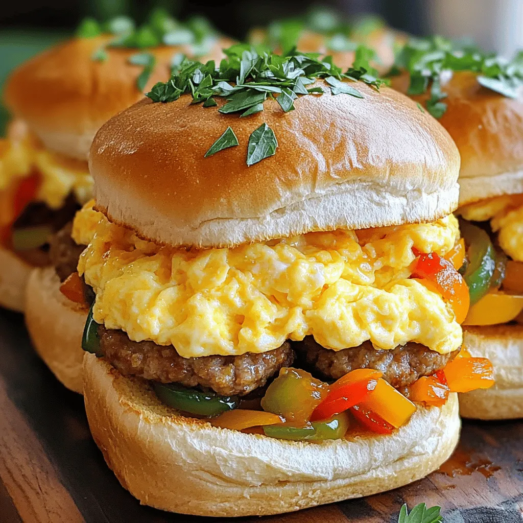 - 450 g gewürzter Frühstückswurst - 1/2 Tasse gewürfelte Zwiebel - 1/2 Tasse gewürfelte Paprika (rot und grün) - 1 Esslöffel Olivenöl - 4 große Eier - 1/4 Tasse Milch - Salz und Pfeffer nach Geschmack - 8 kleine Slider-Brötchen - 1 Tasse geriebener Cheddar-Käse - Optional: Salsa oder scharfe Sauce zum Servieren Die Zutaten sind einfach zu finden. Die Wurst gibt viel Geschmack. Das Gemüse bringt Farbe und Frische. Die Eier sorgen für die perfekte Bindung. Cheddar-Käse macht die Slider besonders lecker. Du kannst die Beilagen nach deinem Geschmack anpassen. Denk daran, frische Zutaten zu wählen. So wird dein Ergebnis noch besser. Um die Cowboy Frühstücks-Slider zu machen, beginnen wir mit dem Gemüse. - Gemüse anbraten: Erhitze 1 Esslöffel Olivenöl in einer großen Pfanne. Füge dann 1/2 Tasse gewürfelte Zwiebel und 1/2 Tasse gewürfelte Paprika hinzu. Brate das Gemüse etwa 5 Minuten, bis es weich ist. - Wurst braten: Nimm das Gemüse aus der Pfanne und stelle es beiseite. In derselben Pfanne kommt jetzt die 450 g gewürzte Frühstückswurst. Brate die Wurst 7-10 Minuten. Zerkleinere das Fleisch während des Bratens. - Eiermischung zubereiten: In einer Schüssel verquirle 4 große Eier mit 1/4 Tasse Milch, Salz und Pfeffer. Gieße die Mischung über die Wurst in die Pfanne. Rühre vorsichtig um, bis die Eier fest sind, etwa 5 Minuten. Jetzt geht es ans Zusammenstellen der Slider. - Brötchen vorbereiten: Schneide 8 kleine Slider-Brötchen in der Mitte durch. - Füllung auftragen: Auf die unteren Hälften der Brötchen kommt ein Löffel von der Wurst- und Eimischung. Füge dann 1 Tasse geriebenen Cheddar-Käse und etwas angebratenes Gemüse hinzu. - Slider fertigstellen: Setze die oberen Hälften der Brötchen wieder auf die Slider. Jetzt backen wir die Slider. - Ofen vorheizen: Heize den Ofen auf 175°C vor. - Slider backen: Lege die zusammengebauten Slider auf ein Backblech. Backe sie 5-7 Minuten, bis der Käse geschmolzen ist und die Brötchen leicht geröstet sind. - Servieren der Slider: Serviere die warmen Slider mit optionaler Salsa oder scharfer Sauce für einen extra Kick! - Verwendung frischer Zutaten: Frische Zutaten machen den Unterschied. Wählen Sie knackige Paprika und frische Eier. So schmecken die Slider besser. - Kontrolle der Garzeiten: Achten Sie auf die Garzeiten. Die Wurst sollte gut durchgegart sein. Die Eier müssen nur kurz stocken. So bleibt alles saftig. - Anpassung von Gewürzen: Passen Sie die Gewürze an Ihren Geschmack an. Fügen Sie mehr Pfeffer oder etwas Paprika hinzu. So verleihen Sie den Slidern eine persönliche Note. - Anrichten der Slider: Stapeln Sie die Slider auf einem großen Teller. Das sieht einladend aus. Sie können auch kleine Picks verwenden, um sie zu fixieren. - Beilagenideen: Servieren Sie frischen Obstsalat oder knusprige Kartoffeln dazu. Diese Beilagen ergänzen das Frühstück perfekt. - Getränkeempfehlungen: Ein kaltes Glas Orangensaft passt gut zu den warmen Slidern. Auch Kaffee oder Tee sind tolle Begleiter. {{image_4}} Sie können die Wurst durch Tofu oder Gemüse ersetzen. Tofu hat eine tolle Textur. Er nimmt die Aromen gut auf. Gemüse wie Pilze oder Spinat bieten einen frischen Geschmack. Für Käsevariationen probieren Sie Feta oder Mozzarella aus. Diese Käsesorten geben den Slidern eine neue Note. Sie schmelzen gut und ergänzen die anderen Zutaten. Für einen Tex-Mex-Stil fügen Sie schwarze Bohnen und Mais hinzu. Das bringt eine schöne Würze und Textur. Diese Mischung macht die Slider sättigender und bunter. Für eine süße Variante können Sie frische Früchte verwenden. Probieren Sie gewürfelte Äpfel oder Pfirsiche. Diese Füllung gibt den Slidern einen spannenden Twist und bringt fruchtige Süße. - Kühlschranklagerung: Bewahren Sie die Reste in einem luftdichten Behälter auf. So bleiben die Cowboy Frühstücks-Slider frisch. Sie können sie bis zu drei Tage im Kühlschrank lagern. - Einfrieren der Slider: Für längere Lagerung können Sie die Slider einfrieren. Wickeln Sie sie gut in Folie, dann in einen Gefrierbeutel. So halten sie sich bis zu drei Monate. - Mikrowelle vs. Ofen: Die Mikrowelle ist schnell, aber die Slider können weich werden. Der Ofen ist besser, um die Knusprigkeit zu erhalten. Heizen Sie den Ofen auf 175°C vor und erwärmen Sie die Slider für etwa 10 Minuten. - Tipps für die bestmögliche vorangegangene Qualität: Fügen Sie etwas Käse hinzu, bevor Sie die Slider aufwärmen. Das macht sie noch leckerer. Prüfen Sie die Temperatur, bevor Sie sie servieren. Um Cowboy Frühstücks-Slider für eine große Gruppe zu machen, erhöhen Sie einfach die Zutaten. Zum Beispiel, verwenden Sie mehr Wurst und Eier. Sie können die Menge der Slider-Brötchen ebenfalls anpassen. Bereiten Sie die Füllung in mehreren Pfannen zu, um die Kochzeit zu verkürzen. Servieren Sie die Slider auf großen Platten. So können sich die Gäste selbst bedienen. Achten Sie darauf, genügend Dips bereit zu stellen. Salsa und scharfe Sauce sind immer beliebt! Ja, Sie können die Slider im Voraus zubereiten. Beginnen Sie mit dem Anbraten des Gemüses und der Wurst. Stellen Sie dann die Eiermischung her. Lassen Sie alles abkühlen und bewahren Sie es in luftdichten Behältern auf. Vor dem Servieren können Sie die Slider schnell zusammenbauen und aufbacken. So bleiben sie frisch und lecker. Halten Sie die Brötchen getrennt von der Füllung, um die Konsistenz zu bewahren. Zu Cowboy Frühstücks-Slidern passen viele Dips. Salsa ist eine großartige Wahl. Sie können auch scharfe Sauce oder Guacamole anbieten. Für mehr Abwechslung können Sie Joghurt mit frischen Kräutern mischen. Dies gibt einen frischen Geschmack. Servieren Sie auch frisches Obst oder einen kleinen Salat dazu. Diese Anleitung zeigt, wie man leckere Cowboy Frühstücks-Slider zubereitet. Wir besprachen die Zutaten, Vorbereitung und Backzeit. Zudem gab es Tipps und Variationen für jeden Geschmack. Probiere frische Zutaten und schaffe deine eigenen Kombinationen. Lagere Reste richtig, damit sie frisch bleiben. Denke an die Präsentation für ein schmackhaftes Essen. Viel Spaß beim Kochen und Genießen!