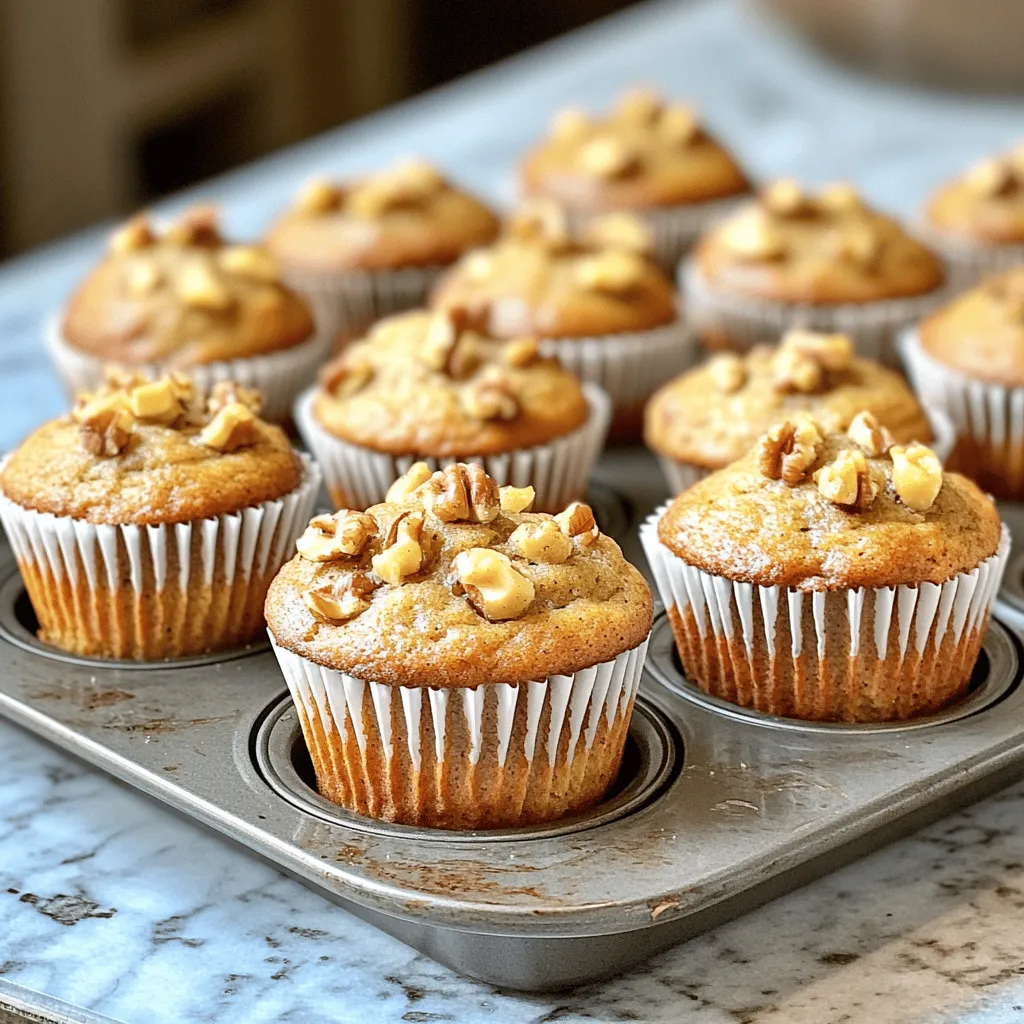 Für die perfekten Brown Butter Banana Muffins brauchst du einige wichtige Zutaten: - 2 reife Bananen, zerdrückt - 115 g ungesalzene Butter, braun gebräunt - 100 g brauner Zucker - 50 g weißer Zucker - 2 große Eier - 1 Teelöffel Vanilleextrakt - 1 Teelöffel Natron - 1/2 Teelöffel Salz - 190 g Weizenmehl Diese Zutaten bringen Geschmack und Textur in deine Muffins. Die reifen Bananen sorgen für natürliche Süße. Die braune Butter verleiht einen nussigen Geschmack. Wenn du etwas mehr Geschmack möchtest, kannst du diese Zutaten hinzufügen: - 75 g gehackte Walnüsse - 1/2 Teelöffel gemahlener Zimt Die Walnüsse fügen eine knusprige Textur hinzu. Zimt bringt Wärme und Tiefe in das Rezept. Du kannst sie nach Belieben verwenden. Die Nährwertangaben pro Muffin sind grob geschätzt: - Kalorien: 180 - Fett: 8 g - Kohlenhydrate: 26 g - Eiweiß: 3 g - Zucker: 10 g Diese Muffins sind eine gute Quelle für Energie. Du kannst sie als Snack oder Frühstück genießen. Heize deinen Ofen auf 175 °C vor. Lege ein Muffinblech mit Papierförmchen aus oder sprühe es mit Antihaft-Spray ein. So kleben die Muffins nicht fest. Schmelze die Butter in einem kleinen Topf bei mittlerer Hitze. Kochen die Butter weiter, schwenke die Pfanne gelegentlich. Nach 5 bis 7 Minuten sollte die Butter goldbraun und nussig riechen. Nimm die Pfanne vom Herd und lasse die Butter leicht abkühlen. Nimm eine große Rührschüssel. Vermenge die zerdrückten Bananen, die gebräunte Butter, den braunen Zucker und den weißen Zucker. Rühre gut, bis alles gut verbunden ist. In einer separaten Schüssel mische das Mehl, Natron, Salz und den Zimt, wenn du ihn verwendest. Diese trockenen Zutaten sind wichtig für die Struktur der Muffins. Löffle den Teig in die vorbereiteten Muffinförmchen. Fülle jedes Förmchen etwa zu zwei Dritteln. So haben die Muffins genug Platz zum Aufgehen. Backe die Muffins im vorgeheizten Ofen für 18 bis 20 Minuten. Prüfe mit einem Zahnstocher, ob sie fertig sind. Der Zahnstocher sollte sauber herauskommen. Lasse die Muffins 5 Minuten in der Form abkühlen. Danach lege sie auf ein Kuchengitter, um vollständig abzukühlen. Serviere sie warm mit Butter oder Honig für mehr Geschmack. Um perfekte Muffins zu backen, ist es wichtig, die Butter richtig zu bräunen. Achte darauf, dass die Butter goldbraun ist und nussig riecht. So bekommst du den besten Geschmack. Verwende reife Bananen, denn je reifer, desto süßer. Zerdrücke sie gut, damit sie sich leicht vermischen. Mische die trockenen Zutaten separat. So vermengen sie sich besser mit den feuchten Zutaten. Ein häufiger Fehler ist das Übermixen des Teigs. Mische nur, bis die Zutaten gerade so kombiniert sind. Einige Klümpchen sind in Ordnung. Ein anderer Fehler ist, die Muffinförmchen zu überfüllen. Fülle sie nur zu zwei Dritteln. Dies sorgt für gleichmäßiges Backen und gute Form. Lass die Muffins nach dem Backen fünf Minuten in der Form abkühlen. Das hilft, sie leichter herauszubekommen. Serviere sie warm mit Butter oder Honig. Das macht sie noch leckerer. Du kannst auch Walnüsse für einen extra Crunch hinzufügen. {{image_4}} Um die Brown Butter Banana Muffins zu variieren, können Sie verschiedene Zutaten hinzufügen. Hier sind einige Ideen: - Schokoladenstückchen: Fügen Sie 100 g Zartbitterschokolade hinzu. Die süße Schokolade passt gut zur Banane. - Beeren: Blaubeeren oder Himbeeren bringen Frische und Fruchtigkeit. - Kokosraspeln: Ein halbes Glas Kokosraspeln gibt den Muffins eine tropische Note. - Mandeln: Gehackte Mandeln bringen einen tollen Crunch in die Muffins. Wenn Sie eine vegane oder glutenfreie Option wünschen, gibt es einfache Anpassungen: - Eier ersetzen: Nutzen Sie Apfelmus oder Leinsamen. Ein Esslöffel Leinsamen mit drei Esslöffeln Wasser ersetzen ein Ei. - Butter ersetzen: Verwenden Sie Kokosöl oder vegane Butter. - Glutenfreies Mehl: Ersetzen Sie Weizenmehl durch glutenfreies Mehl oder Mandelmehl. Sie können auch kreative Geschmacksrichtungen ausprobieren, um die Muffins einzigartig zu machen: - Kaffee: Fügen Sie einen Teelöffel Instantkaffee für einen Kaffee-Geschmack hinzu. - Zitrusfrüchte: Zitronen- oder Orangenschale bringt eine frische Note. - Gewürze: Experimentieren Sie mit Muskatnuss oder Ingwer. Diese Gewürze geben den Muffins eine besondere Tiefe. Diese Variationen machen Ihre Brown Butter Banana Muffins noch spannender und leckerer! Um die Muffins frisch zu halten, lege sie in einen luftdichten Behälter. Dies schützt sie vor Luft und Feuchtigkeit. Wenn du sie kühl und trocken lagerst, bleiben sie länger lecker. Verwende ein Tuch, um die Muffins zu umwickeln, bevor du sie in den Behälter legst. So bleibt die Textur schön weich. Du kannst die Muffins auch im Kühlschrank lagern. Bewege sie in einen luftdichten Behälter. Im Kühlschrank bleiben sie etwa eine Woche frisch. Wenn du die Muffins für längere Zeit aufbewahren möchtest, friere sie ein. Wickele jeden Muffin in Frischhaltefolie und lege sie in einen Gefrierbeutel. So sind sie bis zu drei Monate haltbar. Die Muffins sind bei Raumtemperatur bis zu drei Tage haltbar. Im Kühlschrank halten sie etwa eine Woche. Eingefroren bleiben sie bis zu drei Monate gut. Achte darauf, dass sie gut verpackt sind, um Gefrierbrand zu vermeiden. So kannst du jederzeit eine köstliche Muffin genießen! Ja, du kannst die Muffins einfrieren. Lass sie zuerst ganz abkühlen. Lege sie dann in einen luftdichten Behälter oder in Gefrierbeutel. So bleiben sie frisch. Du kannst sie bis zu drei Monate im Gefrierfach aufbewahren. Zum Servieren, lass sie einfach bei Raumtemperatur auftauen. Wenn du keine Bananen hast, probiere Apfelmus oder pürierte Kürbis. Beide haben eine ähnliche Konsistenz. Du kannst auch Zucchini verwenden, wenn du den Geschmack magst. Achte darauf, die Menge gleich zu halten, damit die Muffins gut werden. Um die Muffins gesünder zu machen, kannst du Vollkornmehl verwenden. Das gibt mehr Ballaststoffe. Reduziere auch den Zucker, wenn du magst. Du kannst auch Honig oder Ahornsirup verwenden. Füge mehr Nüsse oder Samen hinzu für gesunde Fette und Proteine. Du kannst die Muffins leicht anpassen. Füge Schokoladenstückchen oder Trockenfrüchte hinzu. Experimentiere mit verschiedenen Nüssen, wie Mandeln oder Pekannüssen. Auch Gewürze wie Muskatnuss oder Ingwer bringen einen neuen Geschmack. Sei kreativ und finde deine Lieblingskombination! Die Muffins schmecken warm am besten. Serviere sie mit etwas Butter oder Honig. Du kannst sie auch mit Marmelade oder Erdnussbutter genießen. Für einen besonderen Genuss, serviere sie mit einer Tasse frisch gebrühtem Kaffee oder Tee. Diese Anleitung hilft dir, köstliche Muffins zu backen. Wir haben die wichtigsten Zutaten und deren Nährwerte erklärt. Die Schritt-für-Schritt-Anleitung führt dich durch den Backprozess. Tipps und Tricks verhindern Fehler und machen deine Muffins perfekt. Variationen zeigen dir verschiedene Geschmäcker und Alternativen. Schließlich erfährst du, wie du die Muffins richtig lagerst und häufige Fragen beantwortet werden. Mit diesen Infos machst du das Beste aus deinem Muffin-Backen. Viel Spaß beim Ausprobieren!