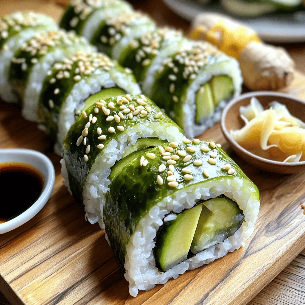 Für die perfekten Sushi-Rollen benötigst du einige Hauptzutaten. Diese sind: - 1 Tasse Sushi-Reis - 1½ Tassen Wasser - 2 Esslöffel Reisessig - 1 Teelöffel Zucker - 1 reife Avocado, in Scheiben geschnitten - 1 Gurke, dünn in Streifen geschnitten - 4 Blätter Nori (Seealgen) Diese Zutaten sind die Basis für deine Sushi-Rollen. Der Sushi-Reis sorgt für die klebrige Textur, die du für das Rollen brauchst. Avocado und Gurke bringen Frische und Geschmack. Nori hält alles zusammen und gibt der Rolle ihren charakteristischen Geschmack. Um deine Sushi-Rollen zu verfeinern, kannst du folgende zusätzliche Zutaten verwenden: - Sojasauce, zum Dippen - Sesamsamen, zur Garnitur - Optional: Eingelegter Ingwer und Wasabi zum Servieren Diese Zutaten bringen Abwechslung in dein Sushi-Erlebnis. Die Sojasauce bietet einen salzigen Kontrast. Sesamsamen fügen Knusprigkeit hinzu. Ingwer und Wasabi bringen eine scharfe Note, die gut zu den frischen Aromen passt. Die Qualität deiner Zutaten hat großen Einfluss auf den Geschmack. Frischer Sushi-Reis sorgt für die richtige Konsistenz. Wähle eine reife Avocado, die cremig und weich ist. Auch die Gurke sollte frisch und knackig sein. Hochwertiges Nori gibt deinen Rollen den besten Geschmack. Achte darauf, dass du die besten Zutaten verwendest. So machst du deine Sushi-Rollen noch leckerer. Um einen perfekten Sushi-Reis zu machen, spülen Sie zuerst den Reis. Verwenden Sie kaltes Wasser, bis das Wasser klar bleibt. Dies entfernt Stärke und verbessert die Textur. Kombinieren Sie den Reis mit Wasser in einem Topf. Bringen Sie es bei mittlerer Hitze zum Kochen. Reduzieren Sie die Hitze und decken Sie den Topf ab, um den Reis 15 Minuten zu kochen. Lassen Sie ihn danach leicht abkühlen, damit er nicht zu heiß ist. Während der Reis kocht, können Sie den Sushi-Essig machen. Mischen Sie Reisessig, Zucker und eine Prise Salz in einer kleinen Schüssel. Rühren Sie, bis sich alles auflöst. Geben Sie den Essig vorsichtig in den abgekühlten Reis. Heben Sie den Reis mit einem Spatel, um eine gleichmäßige Verteilung zu erreichen. Achten Sie darauf, die Körner nicht zu zerdrücken. Lassen Sie den Reis auf Raumtemperatur abkühlen. Legen Sie eine Bambus-Sushi-Matte auf eine saubere Fläche. Platzieren Sie ein Blatt Nori mit der glänzenden Seite nach unten darauf. Befeuchten Sie Ihre Hände, um den Reis gleichmäßig über das Nori zu verteilen. Lassen Sie am oberen Rand einen Zentimeter frei. Drücken Sie den Reis sanft an. Legen Sie dann einige Scheiben Avocado und Gurke am unteren Rand des Noris. Rollen Sie das Nori vorsichtig zu einer festen Rolle. Versiegeln Sie den Rand mit Wasser. Schneiden Sie die Rolle mit einem scharfen Messer in mundgerechte Stücke. Um Sushi perfekt zu rollen, beginne mit frischem Nori. Lege das Nori mit der glänzenden Seite nach unten auf die Matte. Verteile den Sushi-Reis gleichmäßig, lasse am oberen Rand etwas Platz. Befeuchte deine Hände, um den Reis nicht zu kleben. Füge dann die Avocado- und Gurkenscheiben hinzu. Rolle das Nori fest, aber sanft auf, um eine schöne Form zu erhalten. Ein häufiger Fehler ist, zu viel Reis zu verwenden. Dies macht das Rollen schwer. Achte darauf, eine dünne Schicht Reis zu verwenden. Ein weiterer Fehler ist, die Rollen zu locker zu machen. Drücke beim Rollen fest, um die Füllung zu sichern. Schließlich, schneide die Rollen mit einem scharfen Messer. Das verhindert ein Zerdrücken der Zutaten und sorgt für schöne Stücke. Präsentiere die Sushi-Rollen auf einer großen Platte. Arrangiere sie hübsch und achte auf die Farben. Serviere Sojasauce in einer kleinen Schale dazu. Füge auch eingelegten Ingwer und Wasabi hinzu. Das macht das Gericht spannender. Für einen besonderen Touch, streue Sesamsamen über die Rollen. So wird das Essen nicht nur lecker, sondern auch schön anzusehen. {{image_4}} Wenn Sie vegetarische Sushi-Rollen möchten, gibt es viele leckere Optionen. Sie können frisches Gemüse wie Paprika, Karotten oder Avocado verwenden. Auch eingelegte Gurken bringen einen tollen Geschmack. Eine weitere Idee ist, Tofu hinzuzufügen. Tofu hat eine weiche Konsistenz und nimmt den Geschmack der anderen Zutaten gut auf. Für mehr Abwechslung können Sie Füllungen anpassen. Fügen Sie frische Kräuter wie Koriander oder Minze hinzu. Diese bringen frische Aromen in Ihre Rollen. Sie können auch cremigen Käse oder Hummus verwenden. Diese Zutaten machen die Rollen noch reichhaltiger. Experimentieren Sie mit verschiedenen Kombinationen, um Ihre perfekte Füllung zu finden. Wenn Sie glutenfrei essen, gibt es tolle Alternativen zur Sojasauce. Tamari ist eine beliebte Wahl. Es hat einen ähnlichen Geschmack, ist aber ohne Gluten. Ein weiterer Vorschlag ist Kokosnussaminos. Diese haben einen süßen, milden Geschmack und sind ebenfalls glutenfrei. Beide Optionen passen gut zu Sushi-Rollen und machen das Essen genussvoll. Frische Sushi-Rollen bleiben am besten, wenn man sie richtig lagert. Ich empfehle, die Rollen in ein feuchtes Küchentuch zu wickeln. Das hilft, sie frisch und saftig zu halten. Dann lege ich sie in einen luftdichten Behälter. So bleiben sie weich und der Nori bleibt nicht trocken. Wenn du bereits geschnittene Sushi-Rollen hast, musst du vorsichtig sein. Ich lege die Stücke in einen flachen Behälter. Achte darauf, dass die Stücke nicht übereinander liegen. Decke sie mit Frischhaltefolie ab. Das verhindert, dass die Rollen austrocknen. Am besten isst du sie innerhalb von 24 Stunden. Frische Sushi-Rollen sind am besten, wenn du sie sofort isst. Wenn du sie aufbewahrst, sollten sie innerhalb von 1 bis 2 Tagen gegessen werden. Achte auf Geruch und Aussehen. Wenn sie ranzig riechen oder sich die Farben ändern, solltest du sie nicht essen. Sicherheit geht vor! Die Zubereitung von Sushi-Rollen dauert etwa 30 Minuten. Die meiste Zeit geht für das Kochen des Sushi-Reis drauf. Während der Reis kocht, kannst du die restlichen Zutaten vorbereiten. So steigert sich die Effizienz. Wenn du die Schritte gut planst, schaffst du es schnell. Wenn du kein Nori magst, gibt es Alternativen. Du kannst Salatblätter wie Romana verwenden. Auch Reisblätter oder dünne Tortillas funktionieren gut. Diese Optionen geben einen anderen Geschmack, sind aber immer noch lecker. Experimentiere und finde deinen Favoriten. Ja, du kannst die Sushi-Rollen einfrieren, aber mit Vorsicht. Frischer Reis verändert die Textur. Wenn du sie einfrierst, verwende Frischhaltefolie, um sie zu schützen. Lass sie dann im Kühlschrank auftauen. So bleibt der Geschmack erhalten. Achte darauf, sie nicht zu lange zu lagern, um die Frische zu bewahren. Sushi zu machen ist einfacher, als du denkst. Du hast die Zutaten, die Schritte und die Tipps, die du brauchst, um lecker Sushi-Rollen zu kreieren. Achte auf die Qualität der Zutaten für den besten Geschmack. Denke an die verschiedenen Varianten, die du ausprobieren kannst, sei es vegetarisch oder glutenfrei. Mit den richtigen Techniken und Lagerstrategien bleibt dein Sushi frisch. Jetzt hast du das Wissen, um zu starten und Spaß beim Sushi-Machen zu haben. Mach dich bereit für ein köstliches Abenteuer!