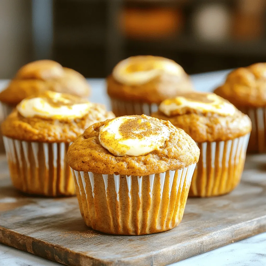 - Weizenmehl und Vollkornmehl: Wir nutzen beide Mehlsorten für eine tolle Textur. Weizenmehl sorgt für eine luftige Basis, während Vollkornmehl einen nussigen Geschmack bringt. Zusammen schaffen sie eine perfekte Grundlage für die Muffins. - Kürbispüree und Eier: Kürbispüree ist das Herzstück. Es gibt Feuchtigkeit und einen süßen Geschmack. Die Eier binden alles und geben den Muffins Struktur. - Frischkäse und Gewürze: Frischkäse sorgt für eine cremige Füllung. Zimt, Muskatnuss und Ingwer bringen Wärme und Tiefe. Diese Gewürze machen die Muffins besonders aromatisch. - Zucker und brauner Zucker: Beide Zuckerarten machen die Muffins süß und geben ihnen eine schöne Farbe. Brauner Zucker bringt auch ein wenig Karamellgeschmack mit. - Pflanzenöl und Vanilleextrakt: Pflanzenöl hält die Muffins saftig. Vanilleextrakt fügt eine feine Note hinzu. Diese Zutaten sind wichtig für den Geschmack. - Puderzucker und Zitronensaft: Puderzucker wird für die Füllung verwendet. Zitronensaft bringt Frische und Balance. Diese Kombination macht die Füllung noch besser. Heizen Sie Ihren Ofen auf 175 °C vor. Bereiten Sie ein Muffinblech vor, indem Sie Papierförmchen einsetzen oder es leicht einfetten. In einer großen Schüssel vermischen Sie die trockenen Zutaten: Weizenmehl, Vollkornmehl, Backpulver, Natron, Zimt, Muskatnuss, Ingwer und Salz. Stellen Sie diese Mischung beiseite. In einer separaten Schüssel kombinieren Sie die feuchten Zutaten: Kürbispüree, Zucker, braunen Zucker, Pflanzenöl, Eier und Vanilleextrakt. Rühren Sie alles gut um, bis die Masse glatt ist. Geben Sie dann nach und nach die trockenen Zutaten hinzu. Mischen Sie vorsichtig, bis alles gerade so vermengt ist. Einige Klumpen sind in Ordnung. Übermischen Sie den Teig nicht. Für die Frischkäsefüllung rühren Sie in einer kleinen Schüssel den weichen Frischkäse mit Puderzucker und Zitronensaft glatt. Füllen Sie jede Muffinform zur Hälfte mit dem Kürbisteig. Geben Sie dann einen Teelöffel der Frischkäsemischung in die Mitte jedes Muffins. Decken Sie die Füllung mit mehr Kürbisteig ab, bis die Förmchen etwa zu drei Viertel gefüllt sind. Backen Sie die Muffins 18 bis 22 Minuten lang, bis ein Zahnstocher sauber herauskommt. Lassen Sie die Muffins fünf Minuten im Blech abkühlen, bevor Sie sie auf ein Kuchengitter legen. Um die perfekte Konsistenz für deine Muffins zu erzielen, ist das Übermischen der Masse ein häufiges Problem. Übermischen macht den Teig zäh und trocken. Du solltest nur so lange rühren, bis die trockenen Zutaten gerade so mit den feuchten Zutaten verbunden sind. Die richtige Teigkonsistenz ist leicht klumpig, aber nicht flüssig. Ein paar kleine Klumpen sind in Ordnung und geben den Muffins Textur. Die optimale Backzeit für die Kürbis Frischkäse Muffins liegt zwischen 18 und 22 Minuten. Beginne mit 18 Minuten und prüfe dann mit einem Zahnstocher, ob sie durchgebacken sind. Die Muffins sind fertig, wenn der Zahnstocher sauber herauskommt. Die Ofentemperatur sollte bei 175 °C liegen. Unterschiedliche Öfen können variieren, also beobachte deine Muffins gut. Serviere die Muffins warm oder bei Zimmertemperatur. Ein kleiner Klecks Schlagsahne oder zusätzlicher Frischkäse obenauf macht sie besonders lecker. Du kannst sie auch mit einer Prise Zimt oder einer kleinen Deko aus Kürbiskernen garnieren. Das macht die Muffins nicht nur schön, sondern auch noch leckerer! {{image_4}} Füge andere Gewürze zu deinem Muffinteig hinzu. Zum Beispiel, eine Prise Nelken oder Piment kann das Aroma verstärken. Du kannst auch Kürbiskernstückchen für mehr Crunch hineingeben. Diese kleinen Stücke bringen einen tollen Biss und einen nussigen Geschmack. Wenn du gesünder backen möchtest, kannst du Honig oder Ahornsirup statt Zucker verwenden. Diese Süßstoffe geben den Muffins eine angenehme Süße und sind oft gesünder. Verwende auch glutenfreies Mehl, wenn du auf Gluten verzichten möchtest. Es gibt viele gute Optionen wie Mandel- oder Reismehl. Diese Mehle sind leicht und machen die Muffins fluffig. Schokoladenstückchen sind eine tolle Ergänzung für die Muffins. Sie schmelzen beim Backen und geben einen süßen Geschmack. Du kannst auch Nüsse hinzufügen, um eine knusprige Textur zu erzielen. Überlege, fruchtige Füllungen wie Himbeeren oder Äpfel auszuprobieren. Diese bringen Frische und einen tollen Kontrast zum Kürbisgeschmack. Bewahren Sie die Kürbis Frischkäse Muffins an einem kühlen, trockenen Ort auf. Ein luftdichter Behälter schützt die Muffins vor Feuchtigkeit und sorgt für Frische. Wenn Sie die Muffins im Kühlschrank lagern, bleibt der Frischkäse länger gut. Achten Sie darauf, die Muffins in einem Behälter zu lagern, der fest verschlossen ist. So vermeiden Sie, dass sie trocken werden. Die Muffins bleiben frisch für etwa drei bis vier Tage. Lagern Sie sie bei Raumtemperatur, um den besten Geschmack zu erhalten. Möchten Sie die Muffins länger aufbewahren? Dann frieren Sie sie einfach ein. Wickeln Sie jeden Muffin in Frischhaltefolie und legen Sie sie in einen Gefrierbeutel. So bleiben sie bis zu drei Monate haltbar. Wenn Sie Lust auf einen Muffin haben, lassen Sie ihn einfach über Nacht im Kühlschrank auftauen. Um diese Muffins glutenfrei zu machen, verwenden Sie glutenfreies Mehl. Eine gute Wahl ist eine Mischung aus Reismehl und Mandelmehl. Diese Mehle geben den Muffins eine tolle Textur. Sie können auch fertige glutenfreie Mehlmischungen nutzen. Achten Sie darauf, das Backpulver und Natron anzupassen. Sie könnten auch etwas Xanthan hinzufügen. Das hilft, die Struktur zu erhalten. Es gibt viele leckere Variationen für diese Muffins. Sie können Nüsse oder Schokoladenstückchen hinzufügen. Für einen fruchtigen Twist probieren Sie Apfelstückchen oder Cranberries. Wenn Sie es würziger mögen, fügen Sie etwas Cayennepfeffer hinzu. Auch verschiedene Gewürze wie Kardamom oder Anis sind spannend. Experimentieren macht Spaß! Die Muffins bleiben bei Raumtemperatur etwa drei bis fünf Tage frisch. Lagern Sie sie in einem luftdichten Behälter. Für eine längere Haltbarkeit können Sie die Muffins einfrieren. Wickeln Sie sie gut in Frischhaltefolie ein und legen Sie sie in einen Gefrierbeutel. Im Gefrierfach halten sie bis zu drei Monate. So haben Sie immer einen leckeren Snack bereit! Wir haben die besten Rezepte und Tipps für köstliche Muffins erkundet. Von den Hauptzutaten wie Weizenmehl und Kürbispüree bis zu nützlichen Tipps für die perfekte Konsistenz. Du hast gelernt, wie man die Muffins richtig bäckt, lagert und sogar variieren kann. Denke daran, mit verschiedenen Gewürzen und Füllungen zu experimentieren. So wird jeder Biss besonders. Die Möglichkeit, gesunde Alternativen zu verwenden, bietet noch mehr Spaß. Jetzt liegt es an dir, diese leckeren Muffins auszuprobieren!