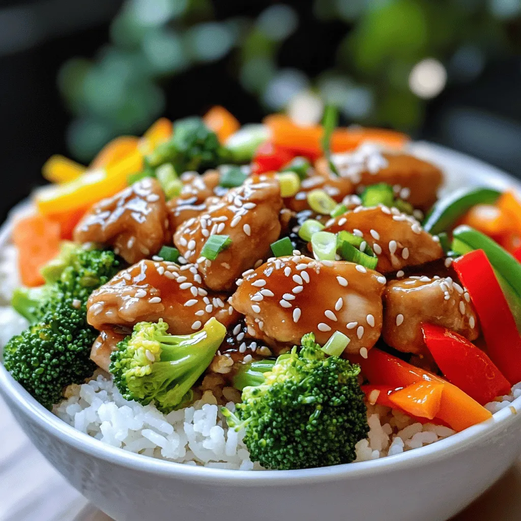 - 450 g Hähnchenbrust, in mundgerechte Stücke geschnitten - 1 Tasse Brokkoliröschen - 1 rote Paprika, in Streifen geschnitten - 1 Karotte, julienne geschnitten - 2 Tassen gekochter Jasminreis Die Hauptzutaten sind einfach und frisch. Hähnchenbrust sorgt für Protein und ist zart. Brokkoli, rote Paprika und Karotte bringen Farbe und Vitamine. Jasminreis ist die perfekte Basis für die Bowl. Er ist leicht und duftet gut. - 60 ml Sojasauce - 2 Esslöffel Honig - 1 Esslöffel Reisessig - 1 Teelöffel Knoblauch, fein gehackt - 1 Teelöffel Ingwer, gerieben Die Sojasauce gibt einen salzigen Geschmack. Honig fügt Süße hinzu und macht die Sauce lecker. Reisessig bringt eine leichte Säure. Knoblauch und Ingwer geben einen tollen Geschmack. Diese Gewürze machen die Teriyaki-Sauce besonders. - Sesamkörner - Frische Frühlingszwiebeln, in Ringe geschnitten Die Garnierungen sind nicht nur schön, sie fügen auch Geschmack hinzu. Sesamkörner geben einen nussigen Crunch. Frische Frühlingszwiebeln bringen eine leichte Schärfe. Diese Extras machen die Bowls noch besser und appetitlicher. - Beginne mit 2 Tassen Jasminreis. - Koche den Reis nach den Anweisungen auf der Verpackung. - Nach dem Kochen stelle den Reis beiseite und halte ihn warm. - Nimm eine mittelgroße Schüssel. - Vermische 60 ml Sojasauce, 2 Esslöffel Honig und 1 Esslöffel Reisessig. - Füge 1 Teelöffel gehackten Knoblauch und 1 Teelöffel geriebenen Ingwer hinzu. - Stelle die Sauce beiseite für später. - Erhitze 2 Esslöffel Pflanzenöl in einer großen Pfanne oder einem Wok. - Füge die 450 g Hähnchenbruststücke hinzu. - Brate das Hähnchen 5-7 Minuten, bis es goldbraun und durchgegart ist. - Gib 1 Tasse Brokkoliröschen, 1 rote Paprika in Streifen und 1 Karotte in Julienne hinzu. - Brate das Gemüse 3-4 Minuten unter ständigem Rühren. - Halte das Gemüse knackig, aber gar. - Gieße die vorbereitete Teriyaki-Sauce über das Hühnchen und Gemüse. - Bringe alles zum Köcheln. - Rühre 1 Esslöffel Speisestärke, gemischt mit 2 Esslöffeln Wasser, ein. - Koche weiter, bis die Sauce dick wird und alles umhüllt. - Nimm eine Schale und füge eine Portion warmen Reis hinzu. - Lege die Teriyaki-Hühnchen-Gemüsemischung darauf. - Garniere mit Sesamkörnern und geschnittenen Frühlingszwiebeln. - Frisches Gemüse wählen: Frisches Gemüse macht den Unterschied. Es bringt mehr Geschmack und Textur. Achte darauf, dass das Gemüse knackig aussieht und fest ist. Brokkoli, Paprika und Karotten sind ideal. - Hähnchen richtig anbraten: Das Hähnchen sollte in einer heißen Pfanne braten. So wird es goldbraun und zart. Schneide die Hähnchenbrust in gleich große Stücke. Das sorgt für gleichmäßiges Garen. - Süße anpassen: Jeder hat einen anderen Geschmack. Du kannst den Honig nach Belieben erhöhen oder verringern. Probiere auch braunen Zucker. Er gibt einen tollen Karamellgeschmack. - Gewürze variieren: Experimentiere mit verschiedenen Gewürzen. Ein Hauch von Chili gibt Schärfe. Sesamöl bringt einen nussigen Geschmack. So wird deine Sauce besonders. - Mit weiteren Beilagen kombinieren: Serviere die Teriyaki-Bowls mit Edamame oder einem kleinen Salat. Das sorgt für mehr Abwechslung auf dem Teller. - Essensvorbereitung für die Woche: Diese Bowls sind perfekt für Meal Prep. Koche eine große Menge und teile sie in Portionen ein. So hast du schnelle und gesunde Mahlzeiten für die Woche. {{image_4}} Wenn du eine vegetarische Variante der Better-Than-Takeout Teriyaki Chicken Bowls möchtest, gibt es tolle Alternativen. Du kannst Tofu anstelle von Hähnchen verwenden. Tofu nimmt die Aromen gut auf und wird schön knusprig, wenn du ihn richtig brätst. Du kannst auch mehr Gemüse hinzufügen. Versuche Zucchini, Pilze oder grüne Bohnen. Diese geben den Bowls mehr Geschmack und Textur. Reis ist lecker, aber du kannst auch andere Optionen probieren. Quinoa oder Vollkornreis sind gesunde Alternativen. Beide sind nahrhaft und bieten einen schönen Biss. Eine weitere spannende Option sind Zoodles, also Zucchini-Nudeln. Sie sind leicht und machen die Bowls frisch und knackig. Die Sauce ist das Herzstück des Gerichts. Du kannst die Teriyaki-Sauce einfach anpassen. Verwende glutenfreie Sojasauce, wenn du glutenfrei essen möchtest. Das macht keinen großen Unterschied im Geschmack. Wenn du es schärfer magst, füge etwas Sriracha oder frischen Ingwer hinzu. Das gibt der Sauce einen tollen Kick! - Bewahren Sie die Teriyaki-Hühnchen-Bowls im Kühlschrank auf. Nutzen Sie luftdichte Behälter. - Lagern Sie den gekochten Reis getrennt vom Gemüse und Hühnchen. So bleibt alles frisch. - Stellen Sie sicher, dass das Gemüse vor dem Lagern gut abgekühlt ist. Dies hilft, die Frische zu bewahren. - Die besten Methoden zum Aufwärmen sind die Mikrowelle oder eine Pfanne. - Wenn Sie die Mikrowelle verwenden, decken Sie die Schüssel ab. Dies verhindert das Austrocknen. - In der Pfanne können Sie etwas Wasser oder Brühe hinzufügen. So bleibt das Gericht saftig. - Die Gerichte halten im Kühlschrank etwa 3 bis 4 Tage. - Achten Sie auf Anzeichen von Verderb. Dazu gehören ein unangenehmer Geruch oder eine veränderte Farbe. - Wenn das Gericht komisch aussieht oder riecht, werfen Sie es weg. Sicherheit geht vor! Die Zubereitung dauert insgesamt 30 Minuten. Die Vorbereitungszeit beträgt etwa 10 Minuten. Dann kochen Sie das Hühnchen und das Gemüse für 20 Minuten. Diese schnelle Zeit macht es einfach, ein leckeres Gericht zu genießen. Ja, Sie können die Teriyaki-Sauce im Voraus zubereiten. Mischen Sie die Sojasauce, den Honig, den Reisessig, den Knoblauch und den Ingwer. Bewahren Sie die Sauce in einem luftdichten Behälter im Kühlschrank auf. So ist sie bereit, wenn Sie sie brauchen. Dies spart Zeit an einem stressigen Tag. Das Rezept kann glutenfrei sein. Verwenden Sie glutenfreie Sojasauce anstelle der normalen Sojasauce. Stellen Sie sicher, dass die anderen Zutaten ebenfalls glutenfrei sind. Mit diesen Anpassungen bleibt der Geschmack großartig! Zu Teriyaki-Hühnchen passen viele Beilagen. Hier sind einige Vorschläge: - Gedämpfter Reis - Gedämpftes Gemüse - Edamame - Miso-Suppe Diese Beilagen runden Ihr Gericht köstlich ab und sorgen für ein vollwertiges Essen. In diesem Artikel haben wir die leckeren Better-Than-Takeout Teriyaki Chicken Bowls erkundet. Wir besprachen die Hauptzutaten wie Hähnchen, Gemüse und Jasminreis. Die Schritt-für-Schritt-Anleitung hilft dir, alles richtig zu machen. Mit Tipps für Variationen und Aufbewahrung hast du viele Optionen. Diese Bowls sind vielseitig und anpassbar. Probiere verschiedene Zutaten und genieße die Vielfalt. Koche mit Freude und teile diese köstlichen Gerichte mit Freunden und Familie!
