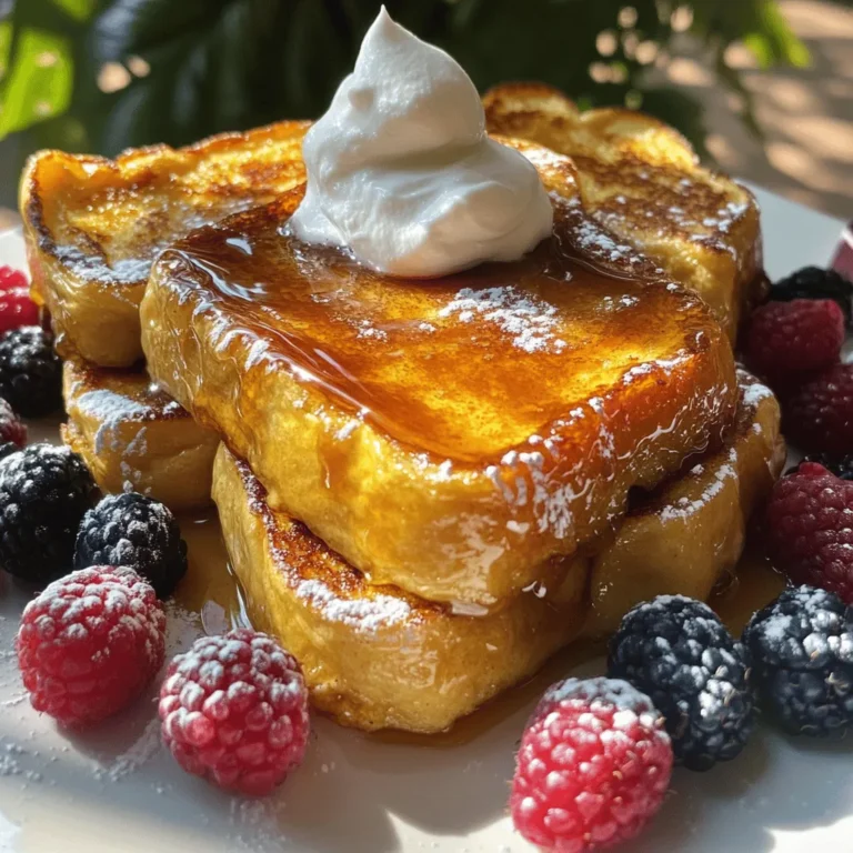 Um Crème Brûlée French Toast zuzubereiten, brauchst du folgende Zutaten: - 6 dicke Scheiben Briochebrot - 4 große Eier - 1 Tasse Schlagsahne - ½ Tasse Vollmilch - ⅓ Tasse Kristallzucker - 1 Esslöffel Vanilleextrakt - 1 Teelöffel gemahlener Zimt - Prise Salz - ¼ Tasse brauner Zucker (für das Topping) Diese Zutaten sind die Basis für das Rezept. Sie sorgen für den cremigen Geschmack und die tolle Textur. Um dein Gericht zu verfeinern, kannst du frische Beeren hinzufügen. Sie bringen Farbe und Frische. Auch ein Klecks Schlagsahne macht das Frühstück noch köstlicher. Wenn du magst, kannst du auch Honig oder Ahornsirup darüber träufeln. Wähle frisches Briochebrot für besten Geschmack. Achte darauf, dass die Eier groß und frisch sind. Die Schlagsahne sollte einen hohen Fettgehalt haben, damit die Custard schön cremig wird. Verwende echte Vanille für das beste Aroma. Wenn du keinen gemahlenen Zimt hast, kannst du auch Zimtpulver verwenden. So sorgst du für das perfekte Frühstückserlebnis. Zuerst musst du die Custard-Mischung zubereiten. Nimm eine große Schüssel. Schlage die Eier auf und gib sie in die Schüssel. Füge die Schlagsahne, Vollmilch, Kristallzucker, Vanilleextrakt, gemahlenen Zimt und eine Prise Salz hinzu. Rühre alles gut um, bis es gleichmäßig ist. Diese Mischung gibt deinem French Toast den cremigen Geschmack. Jetzt ist es Zeit, das Brot einzuweichen. Lege die dicken Scheiben des Briochebrots in eine flache Schüssel oder eine Backform. Gieße die Custard-Mischung gleichmäßig über jedes Stück Brot. Achte darauf, dass jede Scheibe gut durchtränkt ist. Lass das Brot mindestens 30 Minuten ruhen. Wende die Scheiben gelegentlich für ein gleichmäßiges Einweichen. Wenn du Zeit hast, decke die Form ab und stelle sie für zwei Stunden oder über Nacht in den Kühlschrank. Heize deinen Ofen auf 190°C vor. Fette eine Auflaufform oder eine große ofenfeste Pfanne mit Kochspray oder Butter ein. Nimm die durchtränkten Brioche-Scheiben und lege sie gleichmäßig in die vorbereitete Form. Backe sie 25 bis 30 Minuten lang. Der French Toast sollte fest und goldbraun sein, wenn er fertig ist. Nimm den French Toast aus dem Ofen. Streue eine gleichmäßige Schicht braunen Zucker über die Oberseite. Benutze einen Küchenbrenner, um den Zucker vorsichtig zu karamellisieren. Du kannst auch den Grill im Ofen verwenden. Halte den Toast dabei gut im Blick, damit er nicht verbrennt. Der Zucker sollte schmelzen und eine schöne Kruste bilden. Schneide den French Toast in Portionen. Serviere ihn warm auf Tellern. Garniere mit frischen Beeren und einem Klecks Schlagsahne, wenn du magst. Dieser French Toast wird dein Frühstück zu einem besonderen Erlebnis machen. Um die perfekte Konsistenz für Crème Brûlée French Toast zu erzielen, ist die Custard-Mischung entscheidend. Vermische die Eier, Schlagsahne und Vollmilch gut. Achte darauf, dass die Mischung glatt ist. Eine Prise Salz hebt den Geschmack. Lass das Brot lange genug in der Mischung ziehen. Ideal sind mindestens zwei Stunden im Kühlschrank. So wird das Brot schön saftig. Ein häufiger Fehler ist, das Brot nicht genug einweichen zu lassen. Das führt zu trockenem French Toast. Achte darauf, dass jede Scheibe gleichmäßig durchtränkt ist. Vermeide auch, den Ofen zu heiß einzustellen. Bei zu hoher Hitze kann die Oberseite verbrennen, bevor die Unterseite gar ist. Halte die Backzeit im Auge, um die goldbraune Farbe zu erreichen. Für die Zubereitung brauchst du einige wichtige Utensilien. Ein großer Rührschüssel hilft beim Mischen der Zutaten. Eine flache Schüssel oder Auflaufform ist ideal, um das Brot einzuweichen. Ein Küchenbrenner ist wichtig, um die karamellisierte Kruste zu erzeugen. Wenn du keinen Brenner hast, benutze den Grill im Ofen. Ein gutes Schneidebrett und ein scharfes Messer helfen beim Servieren. {{image_4}} Du kannst Crème Brûlée French Toast auch mit verschiedenen Brotsorten zubereiten. Probier mal: - Hefezopf: Er hat eine süße Note und eine weiche Textur. - Sauerteigbrot: Es bringt einen tollen, herzhaften Geschmack. - Vollkornbrot: Es ist eine gesündere Option und hat mehr Ballaststoffe. Jede Brotsorte gibt deinem French Toast einen eigenen Charakter. Du kannst den Geschmack deines Crème Brûlée French Toasts leicht verändern. Hier sind einige Ideen: - Frische Beeren: Erdbeeren, Himbeeren oder Blaubeeren fügen Frische hinzu. - Bananen: Sie machen das Gericht süßer und cremiger. - Gewürze: Füge Muskatnuss oder Ingwer hinzu für einen besonderen Kick. Diese Variationen machen dein Frühstück aufregender und leckerer. Es gibt leckere Wege, Crème Brûlée French Toast vegan oder glutenfrei zu machen. Hier sind einige Alternativen: - Vegane Eier: Nutze Leinsamen oder Chiasamen als Ei-Ersatz. - Pflanzenmilch: Mandel-, Soja- oder Hafermilch sind gute Optionen. - Glutenfreies Brot: Verwende glutenfreies Brioche oder andere glutenfreie Brote. So kannst du alle genießen, egal welche diätetischen Bedürfnisse sie haben. Wenn du Reste von Crème Brûlée French Toast hast, lagere sie in einem luftdichten Behälter. Lass den French Toast zuerst auf Raumtemperatur abkühlen. Dann decke ihn gut ab, um Feuchtigkeit zu vermeiden. So bleibt der Toast frisch. Du kannst die Reste bis zu drei Tage im Kühlschrank aufbewahren. Um die Reste aufzuwärmen, heize den Ofen auf 175°C vor. Lege die Scheiben auf ein Backblech und decke sie mit Folie ab. So trocknen sie nicht aus. Backe sie etwa 10-15 Minuten, bis sie warm sind. Alternativ kannst du die Reste in einer Mikrowelle aufwärmen. Stelle die Mikrowelle auf mittlere Stufe und erwärme sie für 30 bis 60 Sekunden. Im Kühlschrank bleibt Crème Brûlée French Toast bis zu drei Tage gut. Für eine längere Haltbarkeit kannst du ihn auch einfrieren. Wickele die Scheiben einzeln in Frischhaltefolie und lege sie in einen Gefrierbeutel. So bleiben sie bis zu drei Monate frisch. Zum Auftauen lege sie einfach über Nacht in den Kühlschrank oder erwärme sie direkt aus dem Gefrierfach im Ofen. Du kannst Crème Brûlée French Toast bis zu 24 Stunden im Voraus zubereiten. Bereite die Custard-Mischung vor und tränke das Brot. Lege alles in den Kühlschrank. Dadurch ziehen die Aromen gut ein und der Toast wird lecker. Du kannst es dann einfach backen, wenn du bereit bist. Ja, das ist möglich. Wenn du keinen Brenner hast, kannst du den French Toast unter dem Grill im Ofen karamellisieren. Streue einfach den braunen Zucker auf den Toast und stelle ihn in den Ofen. Lass ihn 3-5 Minuten broilend, bis die Oberseite goldbraun ist. Achte darauf, dass es nicht verbrennt. Wenn du kein Briochebrot hast, probiere Challah oder ein anderes weiches Brot. Diese Brote ziehen die Custard gut auf und haben eine tolle Textur. Du kannst auch Vollkornbrot verwenden, es wird aber etwas anders schmecken. Achte darauf, dass es dick geschnitten ist. Ja, Crème Brûlée French Toast ist sehr kinderfreundlich. Die süße Custard und die knusprige Kruste machen es besonders lecker. Du kannst die Portionen klein schneiden und mit frischen Beeren garnieren. Das macht das Frühstück bunt und einladend für die Kleinen. Zusammenfassend haben wir die wichtigen Zutaten für Crème Brûlée French Toast behandelt. Ich habe Tipps gegeben, wie Sie die perfekte Konsistenz erreichen. Außerdem haben wir Variationen aus anderen Broten und Geschmacksrichtungen erkundet. Genaue Aufbewahrungshinweise sorgen dafür, dass Sie Reste genießen können. Es gibt viele Wege, dieses Gericht zu variieren. Glauben Sie mir, die Mühe lohnt sich. Experimentieren Sie und finden Sie Ihre Lieblingsversion!