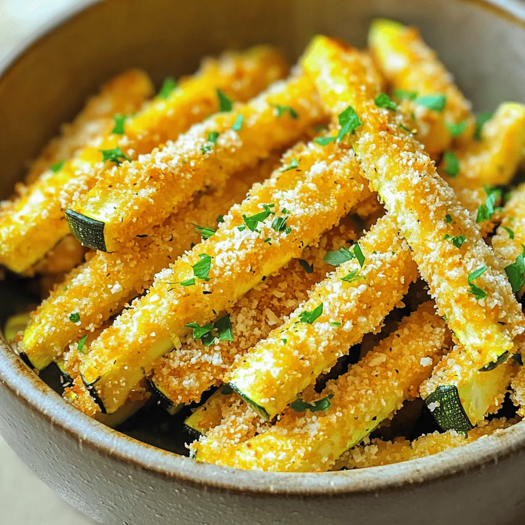 Um die besten Zucchini-Stäbchen zu machen, brauchen wir: - 2 mittelgroße Zucchini, in dünne Streifen geschnitten - 1/2 Tasse Paniermehl (Panko für extra Knusprigkeit) - 1/4 Tasse geriebener Parmesan-Käse - 2 Esslöffel Olivenöl - 3 Knoblauchzehen, fein gehackt Diese Zutaten geben den Zucchini-Stäbchen ihren tollen Geschmack und die perfekte Textur. Die Zucchini sorgt für Frische. Das Paniermehl macht sie knusprig, und der Parmesan bringt einen herzhaften Geschmack. Für den richtigen Kick brauchen wir auch: - 1 Teelöffel italienische Gewürzmischung - Salz und Pfeffer nach Geschmack Diese Gewürze sind wichtig. Sie verleihen den Zucchini-Stäbchen eine schöne Tiefe. Die italienische Mischung bringt Kräuternoten, die perfekt zu Zucchini passen. Salz und Pfeffer helfen, den Geschmack zu verstärken. Um das Gericht abzurunden, kann man frische Petersilie verwenden. Hacke ein wenig und streue es über die Zucchini-Stäbchen, bevor du sie servierst. Die Petersilie bringt Farbe und einen frischen Geschmack. Du kannst auch andere Kräuter wie Basilikum oder Schnittlauch ausprobieren, um mehr Vielfalt zu schaffen. Zuerst schneide ich die Zucchini in dünne Streifen. Etwa 0,5 cm dick ist ideal. So werden sie knusprig. Ich achte darauf, gleichmäßige Stücke zu schneiden. Das hilft beim Garen. In einer großen Schüssel mische ich das Paniermehl, den Parmesan, und den gehackten Knoblauch. Ich füge auch die italienische Gewürzmischung, Salz und Pfeffer hinzu. Dann rühre ich alles gut um. So verteilt sich der Geschmack gleichmäßig. Jetzt träufle ich das Olivenöl über die Zucchinistreifen. Ich werfe alles um, bis jedes Stück gut mit Öl bedeckt ist. Das hilft der Panade, besser zu haften. Danach gebe ich die Paniermischung dazu. Ich mische alles gut, bis die Zucchini gleichmäßig bedeckt sind. Ich heize den Air Fryer auf 200°C vor. Das dauert etwa 5 Minuten. Dann lege ich die Zucchini-Stäbchen in den Korb. Ich achte darauf, dass sie in einer Schicht liegen. So garen sie gleichmäßig. Nach etwa 10-12 Minuten sind sie goldbraun und knusprig. Ich schüttle den Korb zur Hälfte der Zeit. Sobald die Zucchini fertig sind, nehme ich sie heraus. Ich lasse sie eine Minute abkühlen. Dann übertrage ich die Stäbchen auf einen Servierteller. Nach Belieben garniere ich sie mit frischer Petersilie. So sehen sie noch schöner aus! - Dos: - Schneide die Zucchini in gleichmäßige Streifen. - Verwende Panko für extra Knusprigkeit. - Träufle das Olivenöl gleichmäßig über die Zucchini. - Schüttle den Korb während des Garens für gleichmäßiges Bräunen. - Don'ts: - Vermeide dicke Zucchinistreifen, sie werden nicht knusprig. - Lass die Zucchini nicht zu lange im Olivenöl. - Staple die Zucchini-Stäbchen im Air Fryer, sie müssen in einer Schicht liegen. Es gibt viele gesunde Alternativen zu Olivenöl. Du kannst Avocadoöl oder Kokosöl verwenden. Diese Öle haben hohe Rauchpunkte und geben einen tollen Geschmack. Für den Käse probiere Parmigiano-Reggiano oder veganen Käse. Diese Optionen sind lecker und passen gut zu den Zucchini. Häufige Fehler sind ungleichmäßige Zucchinistreifen und zu viel Öl. Achte darauf, dass die Streifen gleich dick sind. So garen sie gleichmäßig. Zu viel Öl macht die Zucchini fettig. Ein leichtes Träufeln reicht aus. Wenn die Stäbchen nicht knusprig werden, kann es helfen, die Garzeit zu verlängern. {{image_4}} Wenn du eine vegane Option suchst, ersetze den Parmesan durch eine vegane Käsealternative. Es gibt viele tolle Produkte, die gut schmelzen und schmackhaft sind. Du kannst auch Nusskäse verwenden oder einfach die Panade ohne Käse machen. Das gibt den Zucchini trotzdem tollen Geschmack. Du kannst das Rezept an deinen Geschmack anpassen. Füge Paprika für etwas Schärfe hinzu oder verwende Curry-Pulver für einen exotischen Twist. Auch ein Spritzer Zitronensaft kann den Zucchini-Stäbchen Frische verleihen. Experimentiere mit verschiedenen Kräutern wie Oregano oder Thymian. Zucchini sind toll, aber du kannst auch andere Gemüse verwenden. Süßkartoffeln ergeben eine süße Variante. Karotten oder Auberginen funktionieren ebenfalls gut. Schneide sie in Stäbchen, paniere sie wie die Zucchini und folge den gleichen Schritten beim Frittieren. So hast du eine bunte Auswahl an Snacks. Um die Zucchini-Stäbchen frisch zu halten, lege sie in einen luftdichten Behälter. Stelle sicher, dass die Stäbchen gut abgekühlt sind, bevor du sie verpackst. So bleibt die Knusprigkeit länger erhalten. Du kannst die Zucchini-Stäbchen auch zwischen Lagen von Küchenpapier legen. Dies hilft, Feuchtigkeit aufzusaugen. Um die Zucchini-Stäbchen wieder warm zu machen, benutze den Air Fryer. Stelle ihn auf 180°C (350°F) ein und gare die Stäbchen für etwa 3-5 Minuten. So werden sie schön knusprig. Du kannst auch eine Pfanne verwenden, um sie kurz zu braten. Vermeide die Mikrowelle, da sie die Stäbchen weich macht. Im Kühlschrank bleiben die Zucchini-Stäbchen 2-3 Tage frisch. Wenn du sie länger aufbewahren möchtest, friere sie ein. Lege die Stäbchen in einen Gefrierbeutel und drücke die Luft heraus. So bleiben sie bis zu 2 Monate haltbar. Achte darauf, sie gut zu beschriften. Zucchini-Stäbchen sind am besten frisch. Wenn du Reste hast, lege sie in einen Behälter. Im Kühlschrank bleiben sie für 2 bis 3 Tage gut. Du kannst sie auch einfrieren. Im Gefrierfach sind sie bis zu einem Monat haltbar. Ja, der Air Fryer ist sehr vielseitig. Du kannst viele Gemüsesorten zubereiten. Probiere Karotten, Paprika oder Süßkartoffeln. Sie werden auch knusprig und lecker! Um die Stäbchen knuspriger zu machen, nutze Panko statt normalem Paniermehl. Träufel etwas mehr Olivenöl darüber, bevor du sie frittierst. Schüttle den Korb während des Garens. So wird die Hitze gleichmäßig verteilt. Ja, du kannst gemahlene Mandeln oder Haferflocken verwenden. Diese Optionen sind gesünder. Sie geben den Zucchini einen tollen Geschmack. Außerdem sind sie glutenfrei. Die Zucchini-Stäbchen sind leicht und gesund. Eine Portion hat etwa 150 Kalorien. Der genaue Kaloriengehalt hängt von der Menge an Öl und Käse ab. Zusammenfassend haben wir die Zutaten, die Zubereitung und wichtige Tipps für knusprige Zucchini-Stäbchen besprochen. Du kannst kreative Variationen ausprobieren und die Stäbchen einfach lagern. Denke daran, die richtige Technik anzuwenden, um die besten Ergebnisse zu erzielen. Experimentiere mit neuen Gewürzen und genieße gesunde Snacks. So zauberst du leckere Zucchini-Stäbchen, die alle lieben werden!