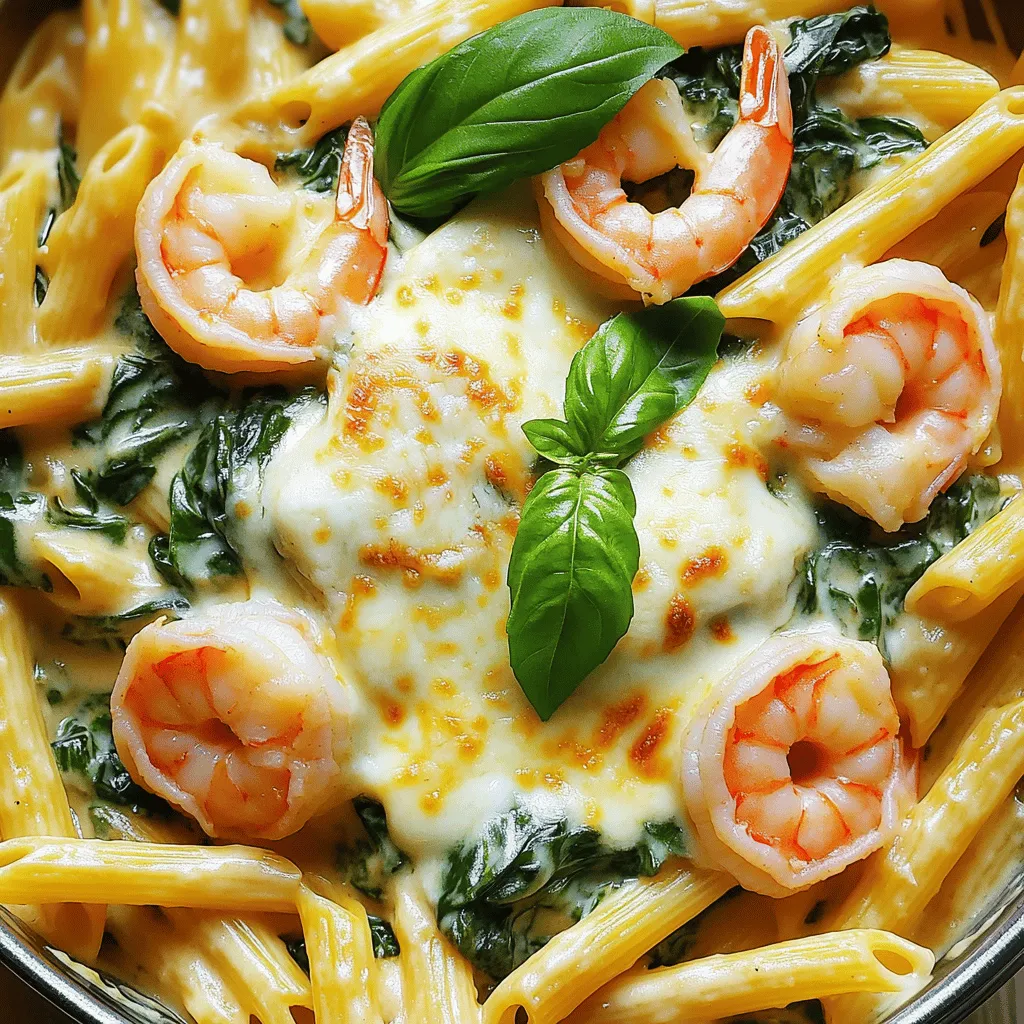 Köstlicher Cheesy Shrimp Spinach Penne Schnell Genießen