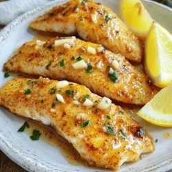 Für dieses Rezept benötigen Sie folgende Hauptzutaten: - 4 Tilapia-Filets - 4 Esslöffel ungesalzene Butter (geschmolzen) - 4 Knoblauchzehen (gehackt) - 1 Zitrone (ausgepresst) Diese Zutaten bilden die Basis für den köstlichen Geschmack. Die Tilapia ist zart und leicht. Die Butter bringt reichhaltigen Geschmack. Der Knoblauch fügt eine tolle Würze hinzu. Der Zitronensaft sorgt für Frische und Balance. Zusätzlich brauchen Sie einige Gewürze: - 1 Teelöffel getrocknete Petersilie - 1/2 Teelöffel Paprika - Salz und Pfeffer nach Geschmack Diese Gewürze heben den Geschmack des Fisches hervor. Die Petersilie bringt Farbe und ein leichtes Aroma. Paprika gibt einen sanften Kick. Salz und Pfeffer runden das Gericht perfekt ab. Servieren Sie die Tilapia-Filets heiß. Garnieren Sie sie mit Zitronenscheiben. Dies macht das Gericht noch ansprechender. Dazu passen frischer Salat oder gedünstetes Gemüse sehr gut. Auch Reis oder Quinoa sind tolle Beilagen. Genießen Sie die Kombination von Aromen! Heizen Sie Ihren Ofen auf 200°C vor. Das ist wichtig für gleichmäßiges Garen. Fetten Sie ein Backblech leicht ein, um ein Ankleben zu verhindern. Verwenden Sie dafür etwas Butter oder Öl. Das macht das Aufräumen leichter. Nehmen Sie eine kleine Schüssel. Fügen Sie die geschmolzene Butter hinzu. Dann hacken Sie die Knoblauchzehen fein. Geben Sie den Knoblauch in die Schüssel. Pressen Sie die Zitrone aus und fügen Sie den Saft hinzu. Streuen Sie die getrocknete Petersilie und Paprika hinein. Würzen Sie mit Salz und Pfeffer nach Geschmack. Rühren Sie alles gut um, bis es gut vermischt ist. Diese Mischung gibt dem Fisch viel Geschmack. Legen Sie die Tilapia-Filets auf das Backblech. Gießen Sie die Knoblauchbutter-Mischung gleichmäßig über die Filets. Achten Sie darauf, dass alle Filets gut bedeckt sind. Jetzt schieben Sie das Blech in den Ofen. Backen Sie die Filets für 12 bis 15 Minuten. Der Fisch ist fertig, wenn er undurchsichtig ist und sich leicht mit einer Gabel zerteilen lässt. Nehmen Sie das Blech aus dem Ofen und lassen Sie den Fisch eine Minute ruhen. Servieren Sie die Filets heiß mit Zitronenscheiben an der Seite. Die Garzeit für Tilapia liegt bei 12 bis 15 Minuten. Der Fisch ist fertig, wenn er undurchsichtig wird. Du kannst ihn leicht mit einer Gabel zerteilen. Achte darauf, die Tilapia nicht zu lange zu backen. Zu langes Backen macht den Fisch trocken. Du kannst die Knoblauchbutter-Mischung anpassen. Füge frische Kräuter wie Basilikum oder Thymian hinzu. Für einen scharfen Kick kann etwas Cayennepfeffer gut sein. Ein Spritzer Weißwein in der Mischung kann den Geschmack vertiefen. Probiere verschiedene Zitrusfrüchte, wie Limette, anstelle von Zitrone. Zu gebackenem Tilapia passen viele Beilagen. Ein einfacher grüner Salat ist frisch und leicht. Reis oder Quinoa sind sättigend und harmonieren gut. Gemüse wie Spargel oder Brokkoli runden das Gericht ab. Für einen besonderen Touch kannst du geröstete Kartoffeln servieren. {{image_4}} Wenn Sie keinen Tilapia haben, probieren Sie andere Fische. Zander, Kabeljau oder Forelle sind tolle Alternativen. Diese Fische haben einen milden Geschmack. Sie nehmen die Aromen gut auf. Achten Sie darauf, die Garzeit anzupassen. Dünnere Filets brauchen weniger Zeit. Dickere Filets benötigen möglicherweise mehr Zeit im Ofen. Für eine vegane Version verwenden Sie Tofu oder Tempeh. Schneiden Sie sie in Filets und marinieren Sie sie. Nutzen Sie die gleiche Knoblauchbutter-Mischung, aber ersetzen Sie die Butter. Verwenden Sie stattdessen vegane Margarine oder Olivenöl. Das gibt einen ähnlichen Geschmack. Backen Sie die Tofu- oder Tempeh-Filets auch bei 200°C. Sie benötigen vielleicht ein paar Minuten weniger. Grillen ist eine großartige Option für Knoblauchbutter gebackene Tilapia. Marinieren Sie die Filets wie gewohnt. Legen Sie sie auf ein grillfestes Blech oder Folie. So verhindern Sie, dass sie durch den Grill fallen. Grillen Sie die Filets bei mittlerer Hitze für etwa 5-7 Minuten pro Seite. Achten Sie darauf, dass der Fisch nicht trocken wird. Wenn er leicht auseinanderfällt, ist er perfekt. Wenn Sie Reste von Ihrer Knoblauchbutter gebackenen Tilapia haben, kühlen Sie diese sofort. Legen Sie die Filets in einen luftdichten Behälter. So bleiben sie frisch. Sie können die Reste im Kühlschrank bis zu drei Tage aufbewahren. Stellen Sie sicher, dass die Filets abgekühlt sind, bevor Sie sie verschließen. Sie können die Tilapia-Filets auch einfrieren. Wickeln Sie sie gut in Frischhaltefolie oder Aluminiumfolie ein. Legen Sie die Verpackung in einen Gefrierbeutel. So verhindern Sie Gefrierbrand. Die Filets können bis zu drei Monate eingefroren werden. Denken Sie daran, die Filets vor dem Kochen im Kühlschrank aufzutauen. Um die Reste aufzuwärmen, nutzen Sie den Ofen oder die Mikrowelle. Im Ofen backen Sie die Filets bei 175°C für etwa 10 Minuten. So bleiben sie schön zart. In der Mikrowelle erhitzen Sie die Filets in kurzen Intervallen. Prüfen Sie jedes Mal die Temperatur. So vermeiden Sie, dass der Fisch zu trocken wird. Servieren Sie die Tilapia wieder mit frischen Zitronenscheiben für zusätzlichen Geschmack. Gebackene Tilapia bleibt im Kühlschrank etwa 2 bis 3 Tage frisch. Achten Sie darauf, die Filets in einem luftdichten Behälter zu lagern. So bleibt der Geschmack erhalten. Wenn Sie die Tilapia länger aufbewahren möchten, können Sie sie einfrieren. Tiefgefroren hält der Fisch bis zu 3 Monate. Zum Auftauen legen Sie die Filets einfach über Nacht in den Kühlschrank. Ja, Sie können frischen Knoblauch verwenden. Frischer Knoblauch hat einen stärkeren Geschmack. Verwenden Sie 2-3 Zehen frischen Knoblauch, die Sie fein hacken. Achten Sie darauf, ihn nicht zu verbrennen, wenn Sie ihn in die Butter geben. Das kann den Geschmack beeinträchtigen. Wenn Sie frischen Knoblauch verwenden, sollten Sie die Knoblauchbutter-Mischung sehr gut im Auge behalten. Ja, Tilapia ist ein gesunder Fisch. Er hat wenig Fett und viele Proteine. Tilapia ist reich an Omega-3-Fettsäuren, die gut für das Herz sind. Der Fisch ist auch eine gute Quelle für Vitamin B12 und Selen. Wenn Sie auf eine gesunde Ernährung achten, ist Tilapia eine ausgezeichnete Wahl. Dieses Rezept für gebackene Tilapia bietet eine einfache und schmackhafte Mahlzeit. Wir haben die Hauptzutaten, Gewürze und Serviervorschläge betrachtet. Die Schritt-für-Schritt-Anleitung macht die Vorbereitung einfach. Tipps zur Garzeit und Variationen zeigen, dass du kreativ sein kannst. Zudem gibt es einfach zu verstehende Aufbewahrungshinweise für Reste. Egal, ob du Tilapia oder eine vegane Variante wählst, jeder kann etwas Leckeres zubereiten. Probiere es aus und genieße die Vielfalt in deiner Küche!