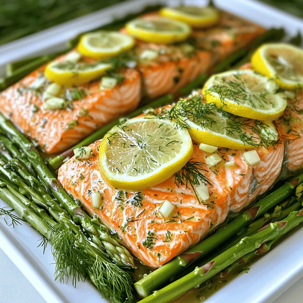 - 4 Lachsfilets - 1 Bund grüner Spargel, die Enden abgeschnitten - 3 Esslöffel Olivenöl - 2 Zitronen (abgeriebene Schale und Saft) - 4 Knoblauchzehen, fein gehackt - 1 Esslöffel frischer Dill, gehackt - 1 Esslöffel frische Petersilie, gehackt - Salz und Pfeffer nach Geschmack Frische Zutaten sind am besten. Frischer Lachs hat einen tollen Geschmack. Achte darauf, dass der Lachs glänzend und fest ist. Grüner Spargel sollte knackig und grün sein. Verwende frische Kräuter, wenn möglich. Sie geben den besten Geschmack. Zitronen müssen saftig und reif sein. Für Lachs empfehle ich Wildlachs. Er hat mehr Geschmack und ist gesünder. Olivenöl sollte kalt gepresst sein, am besten extra vergine. Für Kräuter kaufe am besten Bio-Produkte. Marken wie "Alnatura" oder "Eden" bieten gute Optionen. Heize deinen Ofen auf 200°C vor. Das sorgt für eine gleichmäßige Hitze. Während der Ofen aufheizt, bereite die Zutaten vor. Nimm die Lachsfilets und den Spargel. Schneide die Enden des Spargels ab. Das sorgt für eine bessere Textur. Nimm eine kleine Schüssel. Gib 3 Esslöffel Olivenöl hinein. Füge den Saft von 2 Zitronen hinzu. Reibe die Schale der Zitronen und gib sie auch dazu. Hacke 4 Knoblauchzehen fein. Gib den Knoblauch in die Schüssel. Füge 1 Esslöffel Dill und 1 Esslöffel Petersilie hinzu. Würze mit Salz und Pfeffer. Vermenge alles gut mit einem Löffel. Nimm ein großes Backblech. Lege die Lachsfilets in die Mitte. Arrangiere den Spargel rundherum. Achte darauf, genug Platz zu lassen. Gieße die Marinade gleichmäßig über den Lachs und den Spargel. So bleibt alles saftig und voller Geschmack. Schiebe das Backblech in den Ofen. Backe alles für 12 bis 15 Minuten. Der Lachs ist fertig, wenn er leicht zerfällt. Steche mit einer Gabel hinein, um das zu prüfen. Der Spargel sollte zart sein. Nimm das Blech aus dem Ofen und lass es 2 Minuten ruhen. So ziehen die Aromen gut durch. Um ein perfektes Lachsfilet zu machen, achte auf die Frische. Frischer Lachs hat eine hellere Farbe und einen frischen Geruch. Wenn du das Filet wählst, suche nach einer festen Textur. Das lässt sich gut zubereiten und bleibt saftig. Die Marinade ist der Schlüssel. Sie bringt den Geschmack in den Lachs. Lass das Filet mindestens 15 Minuten marinieren. So zieht der Geschmack tiefer ein. Für mehr Geschmack kannst du verschiedene Kräuter hinzufügen. Probiere frischen Thymian oder Oregano. Diese Kräuter passen gut zu Zitrone und Lachs. Du kannst auch etwas Honig oder Senf in die Marinade geben. Das gibt eine süßliche Note und macht das Gericht interessanter. Achte darauf, die Gewürze gleichmäßig zu verteilen. So hat jeder Bissen den gleichen Geschmack. Spargel ist einfach zuzubereiten. Schneide die Enden ab, da sie hart sind. Du kannst den Spargel auch leicht mit Olivenöl und Salz würzen. Das bringt den Geschmack hervor. Lege den Spargel um den Lachs auf dem Blech. So gart er gleichmäßig und nimmt das Aroma auf. Backe alles zusammen, bis der Spargel zart ist, aber noch etwas Biss hat. Das macht das Gericht perfekt. {{image_4}} Wenn du Lachs nicht magst, gibt es viele gute Alternativen. Du kannst zum Beispiel Forelle oder Kabeljau verwenden. Diese Fische haben einen milden Geschmack. Du kannst auch Garnelen oder Jakobsmuscheln nehmen. Diese Meeresfrüchte kochen schnell und sind sehr lecker. Achte darauf, die Garzeit anzupassen. Diese Optionen geben deinem Gericht eine neue Note. Du kannst mit Gemüse kreativ sein. Brokkoli, Zucchini oder Paprika sind tolle Optionen. Diese Gemüsesorten passen gut zu Lachs und geben Farbe. Wenn du etwas Süßes magst, probiere Karotten oder Süßkartoffeln. Schneide das Gemüse in gleich große Stücke. So garen sie gleichmäßig. Experimentiere hier, um deinen eigenen Geschmack zu finden. Kräuter machen jedes Gericht besser. Neben Dill und Petersilie kannst du auch Basilikum oder Thymian probieren. Diese Kräuter bringen frische Aromen. Du kannst auch Gewürze wie Paprika oder Kreuzkümmel hinzufügen, um mehr Tiefe zu schaffen. Zitronenmelisse oder Estragon sind ebenfalls spannend. Sei mutig und teste neue Kombinationen, um aufregende Geschmäcker zu entdecken. Um die Reste von deinem Sheet Pan Lemon Herb Salmon und Asparagus gut zu lagern, benutze einen luftdichten Behälter. Das hält die Aromen frisch. Stelle sicher, dass der Lachs und der Spargel abgekühlt sind, bevor du sie einpackst. So verhinderst du Kondensation, die die Textur beeinträchtigen kann. Du kannst die Reste auch in Portionsgrößen aufteilen. So hast du immer eine schnelle Mahlzeit bereit. Es gibt verschiedene Wege, um die Reste aufzuwärmen. Du kannst den Lachs und den Spargel in der Mikrowelle erhitzen. Benutze eine niedrige Stufe, damit sie nicht austrocknen. Bedecke sie mit einem feuchten Papiertuch. Eine andere Möglichkeit ist, sie im Ofen bei 180°C zu erwärmen. Das dauert etwa 10 Minuten. So bleibt alles schön saftig. Die Reste bleiben im Kühlschrank etwa 2 bis 3 Tage frisch. Achte darauf, die Reste gut zu verpacken. Wenn du sie länger aufbewahren möchtest, kannst du sie einfrieren. Im Gefrierfach halten sie bis zu 3 Monate. Achte darauf, sie in einem gefriergeeigneten Behälter zu lagern. So behält der Lachs seinen Geschmack und seine Textur. Man backt Lachs auf einem Blech etwa 12 bis 15 Minuten. Die genaue Zeit hängt von der Dicke der Filets ab. Der Lachs ist fertig, wenn er leicht zerfällt, wenn man ihn mit einer Gabel ansticht. Achte darauf, den Ofen auf 200°C vorzuheizen. So garst du den Lachs gleichmäßig und erhältst eine zarte Textur. Ja, du kannst die Marinade im Voraus zubereiten. Mische das Olivenöl, Zitronensaft, Zitronenschale, Knoblauch, Dill und Petersilie in einer Schüssel. Bewahre die Marinade in einem luftdichten Behälter im Kühlschrank auf. So sparst du Zeit, wenn du das Gericht zubereitest. Die Marinade bleibt bis zu zwei Tage frisch. Zu diesem Gericht passen viele Beilagen gut. Hier sind einige Ideen: - Quinoa oder Reis für eine sättigende Basis. - Ein frischer grüner Salat für zusätzlichen Crunch. - Kartoffeln, entweder gebacken oder püriert, als herzhafte Ergänzung. - Geröstetes Gemüse, wie Karotten oder Paprika, um die Aromen zu erweitern. Diese Beilagen ergänzen den Lachs und den Spargel perfekt. Die Zubereitung von Lachs im Ofen ist einfach und macht Spaß. Wir haben die Zutaten, die Schritt-für-Schritt-Anleitung und nützliche Tipps behandelt. Auch Variationen und Lagerung haben wir besprochen. Mit dieser Anleitung kochst du ein leckeres Gericht, das du lieben wirst. Probiere die verschiedenen Tipps aus und finde deine Lieblingskombination. Denke an die Lagerung, um Reste frisch zu halten. Kochen sollte Freude bringen und nicht stressen. Jetzt kannst du loslegen und dir ein tolles Essen zaubern!