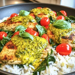 One-Pan Creamy Pesto Chicken & Rice Zauberhaftes Gericht