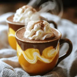 - 500 ml Vollmilch - 240 ml Kürbispüree - 30 g ungesüßtes Kakaopulver - 50 g Kristallzucker - 5 ml Vanilleextrakt - 5 g Kürbiskuchengewürz - Eine Prise Salz - Gemahlener Zimt zum Bestreuen - Schlagsahne zum Garnieren Um die perfekte Kürbispie gewürzte heiße Schokolade zu machen, brauchen wir einige wichtige Zutaten. Die Hauptzutaten sind Vollmilch, die die Basis bildet. Das Kürbispüree gibt dem Getränk seinen einzigartigen Geschmack. Ungesüßtes Kakaopulver sorgt für die schokoladige Note. Kristallzucker süßt die Mischung, und Vanilleextrakt fügt ein warmes Aroma hinzu. Jetzt kommen die Gewürze. Kürbiskuchengewürz bringt die typischen Herbstaromen mit sich. Eine Prise Salz hebt den Geschmack hervor. Gemahlener Zimt ist eine wunderbare Dekoration und verleiht das letzte Stückchen Wärme. Schlagsahne obenauf macht das Getränk cremig und reichhaltig. Mit diesen Zutaten sind Sie bereit, eine köstliche heiße Schokolade zu zaubern, die alle Sinne anspricht. Um die perfekte heiße Schokolade zu machen, beginne ich mit 500 ml Vollmilch und 240 ml Kürbispüree. Ich gieße beides in einen mittelgroßen Topf. Dann erhitze ich die Mischung bei mittlerer Hitze. Dabei rühre ich ständig, bis sie warm ist, aber nicht kocht. Sobald die Mischung warm ist, füge ich 30 g ungesüßtes Kakaopulver, 50 g Kristallzucker, 5 ml Vanilleextrakt, 5 g Kürbiskuchengewürz und eine Prise Salz hinzu. Mit einem Schneebesen schlage ich alles kräftig durch. Ich achte darauf, dass die Flüssigkeit glatt und gut vermischt ist. Wenn die heiße Schokolade dampft, nehme ich den Topf vom Herd. Ich probiere die Mischung und passe die Süße nach meinem Geschmack an. Manchmal füge ich mehr Zucker hinzu, wenn ich es süßer mag. Jetzt wird es Zeit zu servieren! Ich gieße die heiße Schokolade vorsichtig in Tassen. Ich lasse oben etwas Platz für die Schlagsahne. Jede Tasse garniere ich mit einem großzügigen Klecks Schlagsahne. Zum Schluss streue ich etwas gemahlenen Zimt darüber. Das sieht nicht nur gut aus, sondern schmeckt auch toll. Für eine ansprechende Präsentation serviere ich die Tassen auf einem schönen Unterteller. Eine kleine Prise Zimt und ein Zimtstängel geben dem Ganzen einen gemütlichen Touch. - Temperaturkontrolle während des Erhitzens: Halte die Hitze bei mittlerer Stufe. So vermeidest du, dass die Milch anbrennt. Rühre regelmäßig, um eine gleichmäßige Erwärmung zu sichern. - Richtiges Rühren für eine glatte Konsistenz: Nutze einen Schneebesen beim Mischen der Zutaten. Dadurch erhältst du eine samtige Textur. Achte darauf, dass sich das Kakaopulver gut auflöst. - Anpassung der Süße und Gewürze: Probiere die heiße Schokolade, bevor du sie servierst. Du kannst mehr Zucker oder Gewürze hinzufügen. So passt sie perfekt zu deinem Geschmack. - Nützliche Geräte für die Zubereitung: Ein mittelgroßer Topf ist ideal. Ein Schneebesen oder ein Holzlöffel helfen dir, die Zutaten gut zu vermischen. - Tipps für das richtige Geschirr zum Servieren: Wähle dickwandige Tassen. Diese halten die Schokolade länger warm und sehen schön aus. - Empfehlungen für hochwertige Zutaten: Nutze frische Vollmilch für reichhaltigen Geschmack. Hochwertiges Kakaopulver macht den Unterschied. Achte auch auf echtes Vanilleextrakt für ein intensives Aroma. {{image_4}} Für eine vegane Variante der Kürbispie gewürzten heißen Schokolade sollten Sie pflanzliche Milch nutzen. Mandeln-, Hafer- oder Kokosmilch sind tolle Alternativen. Diese Milchsorten bringen eigenen Geschmack und eine cremige Textur. Zucker ist oft ein Problem für Veganer. Sie können ihn durch Agavendicksaft oder Kokosblütenzucker ersetzen. Diese Optionen sind süß und gesund. Für die Schlagsahne verwenden Sie einfach eine pflanzliche Sahne. Kokos- oder Sojasahne sind hier perfekt. Um die heiße Schokolade noch besser zu machen, fügen Sie Schokoladenstückchen hinzu. Dunkle Schokolade passt toll zum Kürbisgeschmack. Sie schmelzen schnell und geben der Schokolade eine reichhaltige Note. Experimentieren Sie auch mit anderen Gewürzen. Eine Prise Muskatnuss oder etwas Kardamom kann den Geschmack vertiefen. Auch eine kleine Menge Chili bringt eine spannende Schärfe. Seien Sie kreativ und finden Sie Ihren eigenen Lieblingsgeschmack. Um die heiße Schokolade zu lagern, fülle sie in einen luftdichten Behälter. Stelle den Behälter dann in den Kühlschrank. So bleibt sie frisch und schmackhaft. Du kannst die heiße Schokolade bis zu drei Tage aufbewahren. Wenn du die Schokolade wieder aufwärmen möchtest, mache das langsam. Gieße die kalte Schokolade in einen Topf. Erwärme sie bei niedriger Hitze und rühre ständig, bis sie warm ist. Wenn die Schokolade zu dick ist, füge etwas Milch hinzu. So erhältst du die beste Konsistenz. Die Mischung bleibt frisch für etwa drei Tage im Kühlschrank. Nach dieser Zeit kann der Geschmack nachlassen. Reste von den Zutaten sind auch wichtig. Das Kürbispüree hält sich in der Regel bis zu einer Woche im Kühlschrank. Ungesüßtes Kakaopulver und Gewürze können in einem kühlen, trockenen Ort bis zu einem Jahr haltbar sein. Achte darauf, die Zutaten gut zu verschließen. So verhinderst du Feuchtigkeit und Luft, die den Geschmack beeinträchtigen könnten. Um die Süße zu ändern, probiere verschiedene Zuckeralternativen. Du kannst Honig, Ahornsirup oder Agavendicksaft verwenden. Diese Optionen geben einen anderen Geschmack. Wenn du zuckerfrei bleiben möchtest, nutze Stevia oder Erythrit. Diese sind süß, ohne viele Kalorien. Beginne mit einer kleinen Menge und taste dich vor. Du kannst immer mehr hinzufügen, bis es dir schmeckt. Ja, frisches Kürbispüree ist eine tolle Wahl. Es hat einen reichen Geschmack und ist gesund. Du musst nur den Kürbis kochen und pürieren. Schneide ihn in Stücke und koche ihn in Wasser, bis er weich ist. Das dauert etwa 20 Minuten. Danach püriere ihn zu einer glatten Masse. Beachte, dass frisches Püree mehr Flüssigkeit haben kann. Das kann die Konsistenz der heißen Schokolade beeinflussen. Ja, diese heiße Schokolade ist gut für Kinder. Du kannst die Koffeinmenge kontrollieren, indem du weniger Kakao verwendest. Kinder mögen die süßen und warmen Aromen. Um sie zu begeistern, garniere die Schokolade mit bunten Streuseln oder Schokoladensirup. So sieht die heiße Schokolade fröhlicher aus und macht mehr Spaß! Diese Anleitung zeigt dir, wie du die perfekte heiße Schokolade mit Kürbis zubereitest. Wir haben die Hauptzutaten, Gewürze und einfache Schritte zur Zubereitung besprochen. Mit hilfreichen Tipps kannst du die Süße anpassen oder vegane Alternativen nutzen. Denk daran, dass die richtige Lagerung die Haltbarkeit verlängert. Letztendlich ist das Experimentieren mit Geschmäckern der Schlüssel zu deinem einzigartigen Rezept. Viel Spaß beim Ausprobieren und Genießen dieser köstlichen Kreation!